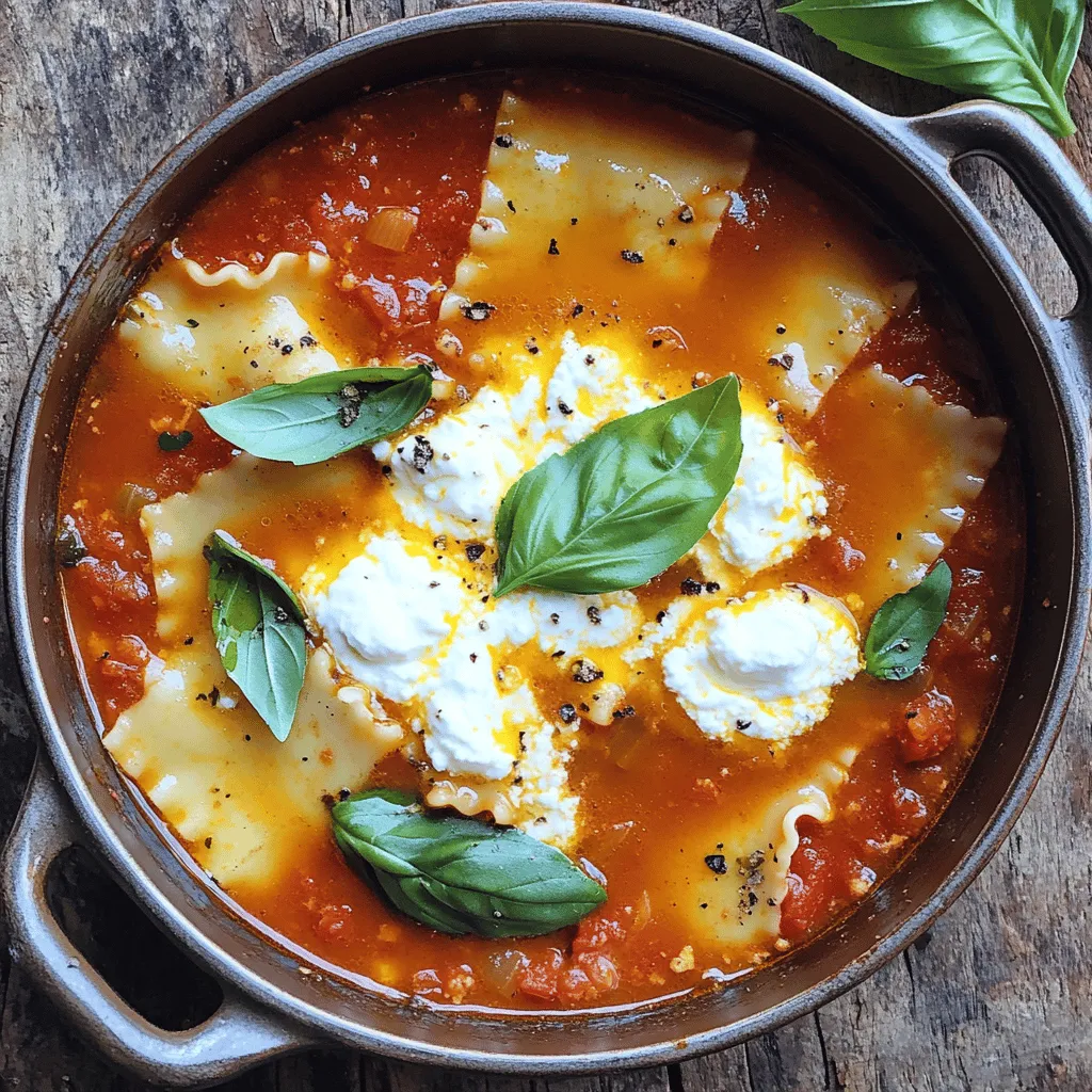 Lasagna Suppe ist einfach und lecker. Hier sind die Hauptzutaten, die du brauchst: - 1 Esslöffel Olivenöl - 1 mittelgroße Zwiebel, gewürfelt - 3 Knoblauchzehen, fein gehackt - 450 g gemahlenes Rindfleisch oder italienische Wurst - 1 Dose (800 g) zerdrückte Tomaten - 1 Liter Rinderbrühe - 8 ungekochte Lasagne-Nudeln, in Stücke gebrochen Diese Zutaten geben der Suppe ihren herzhaften Geschmack. Das Fleisch sorgt für eine gute Basis. Die Zwiebel und der Knoblauch bringen Aromen, die die Suppe lebendig machen. Die zerdrückten Tomaten fügen Frische hinzu. Die Gewürze und Kräuter machen die Suppe besonders schmackhaft. Du brauchst: - 1 Teelöffel getrockneter Oregano - 1 Teelöffel getrocknetes Basilikum - 1/4 Teelöffel rote Pfefferflocken (optional) - Salz und schwarzer Pfeffer nach Geschmack Oregano und Basilikum sind klassisch für italienische Gerichte. Sie bringen den typischen Geschmack von Lasagne in die Suppe. Die roten Pfefferflocken geben einen kleinen Kick, falls du es schärfer magst. Käse ist der Star dieser Suppe. Hier sind die Käsesorten, die du verwenden solltest: - 240 g Ricotta-Käse - 100 g geriebener Mozzarella-Käse - 50 g frisch geriebener Parmesan-Käse - Frisches Basilikum zur Garnierung Ricotta ist cremig und mild. Er macht die Suppe reichhaltig. Mozzarella schmilzt schön und gibt einen tollen Käsegeschmack. Parmesan fügt einen salzigen und nussigen Geschmack hinzu. Zum Schluss garnierst du mit frischem Basilikum für eine schöne Farbe und zusätzlichen Geschmack. Wenn du mehr über die Zubereitung erfahren möchtest, schau dir das Full Recipe an. Beginnen Sie mit dem Sammeln aller Zutaten. Sie benötigen Olivenöl, Zwiebel, Knoblauch und Fleisch. Ich empfehle, frische Zutaten zu wählen. Sie machen die Suppe geschmackvoller. Würfeln Sie die Zwiebel und hacken Sie den Knoblauch fein. Das gibt der Suppe einen tollen Duft. Erhitzen Sie das Olivenöl in einem großen Topf. Fügen Sie die Zwiebel hinzu und braten Sie sie 3-4 Minuten lang an, bis sie weich ist. Dann kommt der Knoblauch. Braten Sie ihn für eine Minute mit, damit er sein Aroma entfaltet. Jetzt kommt das Fleisch dazu. Sie können gemahlenes Rindfleisch oder italienische Wurst verwenden. Braten Sie das Fleisch an, bis es braun ist. Das dauert etwa 5-7 Minuten. Achten Sie darauf, es mit einem Spatel zu zerkrümeln. Jetzt fügen Sie die Gewürze hinzu: Oregano, Basilikum und rote Pfefferflocken. Diese Gewürze bringen einen guten Geschmack. Rühren Sie alles gut um. Gießen Sie dann die zerdrückten Tomaten und die Rinderbrühe hinein. Lassen Sie die Mischung aufkochen und dann 15 Minuten köcheln. Nach 15 Minuten kommen die zerbrochenen Lasagne-Nudeln dazu. Kochen Sie die Suppe weiter für 10-12 Minuten, bis die Nudeln weich sind. In einer Schüssel vermengen Sie den Ricotta-Käse, die Hälfte des Mozzarella und den Parmesan. Sobald die Nudeln gar sind, schöpfen Sie die Suppe in Schalen. Geben Sie einen Löffel der Käsemischung obenauf. Streuen Sie den restlichen Mozzarella über die Suppe und lassen Sie ihn schmelzen. Garnieren Sie das Gericht mit frischem Basilikum. So sieht die Suppe nicht nur gut aus, sondern schmeckt auch köstlich. Für die vollständige Zubereitung schauen Sie sich das Full Recipe an. Die Wahl der Zutaten ist wichtig für den Geschmack. Verwende frische Kräuter wie Basilikum und Oregano. Frische Zutaten bringen mehr Aroma. Wähle auch hochwertiges Olivenöl. Es macht einen großen Unterschied. Für das Fleisch kannst du gemahlenes Rindfleisch oder italienische Wurst wählen. Letztere gibt einen tollen Geschmack. Die Lasagne-Nudeln sollten ungekockt sein, sie nehmen die Brühe gut auf. Ein häufiger Fehler ist, die Nudeln zu lange zu kochen. Sie sollten zart, aber nicht matschig sein. Achte darauf, die Brühe und die Tomaten gut zu mischen. So vermeidest du Klumpen. Ein weiterer Fehler ist, die Ricotta-Mischung nicht richtig zu verteilen. Sie sollte gleichmäßig über die Suppe kommen, um jeden Bissen cremig zu machen. Serviere die Lasagna Suppe heiß in tiefen Schalen. Du kannst frisches Brot oder einen einfachen Salat dazu reichen. Ein knuspriges Baguette passt perfekt. Es hilft, die leckere Brühe aufzutunken. Du kannst auch etwas frisches Basilikum als Garnitur verwenden. Es sieht nicht nur schön aus, sondern bringt auch zusätzlichen Geschmack. Für das beste Erlebnis, genieße die Suppe sofort nach dem Kochen. {{image_4}} Eine vegetarische Lasagna Suppe ist eine tolle Wahl. Sie hat alle Aromen von der traditionellen Lasagne, aber ohne Fleisch. Du kannst einfach das Rindfleisch oder die Wurst durch Gemüse ersetzen. Zucchini, Paprika und Spinat passen gut. Diese Zutaten geben der Suppe eine frische Note. Achte darauf, die Brühe gut zu würzen. So bleibt der Geschmack stark und klar. Du kannst auch Kichererbsen hinzufügen, um mehr Protein zu bekommen. Wenn du es gerne scharf magst, ist die scharfe Lasagna Suppe ideal. Füge mehr rote Pfefferflocken oder frische Chilischoten hinzu. Du kannst auch scharfe italienische Wurst verwenden. Diese bringt viel Geschmack. Denk daran, die Brühe mit etwas Limettensaft zu verfeinern. Das gibt der Suppe eine frische, würzige Note. Ein Spritzer Essig kann ebenfalls helfen, die Schärfe auszubalancieren. Für eine besondere Note probiere die Lasagna Suppe mit Meeresfrüchten. Garnelen oder Muscheln sind tolle Ergänzungen. Sie geben der Suppe einen interessanten Twist. Achte darauf, die Meeresfrüchte erst kurz vor dem Servieren hinzuzufügen. So bleiben sie zart und frisch. Du kannst auch etwas Zitronenschale hinzufügen, um den Geschmack zu heben. Diese Variante ist leicht und perfekt für besondere Anlässe. Für mehr Details und eine genaue Anleitung schaue dir das [Full Recipe] an. Die Lasagna Suppe ist ein echter Hit! Wenn du Reste hast, kühle sie schnell ab. Fülle die Suppe in einen luftdichten Behälter. Stelle sicher, dass der Behälter gut verschlossen ist. So bleibt die Suppe frisch und lecker. Du kannst sie bis zu fünf Tage im Kühlschrank aufbewahren. Um die Reste aufzuwärmen, gib die Suppe in einen Topf. Erhitze sie bei mittlerer Hitze. Rühre die Suppe gut um, damit sie gleichmäßig warm wird. Du kannst einen Schuss Brühe oder Wasser hinzufügen, falls die Suppe zu dick ist. So bleibt sie cremig und lecker. Wenn du mehr Suppe hast, friere sie ein! Teile die Suppe in Portionen. Verwende gefriergeeignete Behälter oder Beutel. Beschrifte die Behälter mit dem Datum. Die Lasagna Suppe hält sich im Gefrierfach bis zu drei Monate. Wenn du sie essen möchtest, tau die Suppe im Kühlschrank auf. Danach erwärme sie wie oben beschrieben. So hast du immer ein schnelles, leckeres Gericht bereit! Lasagna Suppe bleibt im Kühlschrank etwa 3 bis 5 Tage frisch. Verwende einen luftdichten Behälter, um die Frische zu sichern. Du kannst die Suppe auch einfrieren. Im Gefrierfach hält sie bis zu 3 Monate. Achte darauf, die Suppe gut abzukühlen, bevor du sie einfrierst. Ja, du kannst Lasagna-Nudeln leicht ersetzen. Verwende stattdessen kleine Pastaformen wie Penne oder Fusilli. Diese passen gut in die Suppe und kochen schnell. Du kannst auch Zucchini-Nudeln ausprobieren, um die Suppe leichter zu machen. Einfach die Zucchini in dünne Streifen schneiden und am Ende hinzufügen. Lasagna Suppe kann glutenfrei sein, wenn du spezielle glutenfreie Nudeln verwendest. Achte darauf, eine glutenfreie Rinderbrühe zu wählen. Die restlichen Zutaten sind oft glutenfrei, aber prüfe die Etiketten. Auf diese Weise kannst du die Suppe genießen, ohne Gluten zu konsumieren. Die Lasagna Suppe ist ein vielseitiges Gericht, das einfach zubereitet werden kann. Wir haben die Hauptzutaten sowie die besten Gewürze und Toppings besprochen. Die Schritt-für-Schritt-Anleitung hilft dir, die Suppe perfekt zuzubereiten. Denke an unsere Tipps, um häufige Fehler zu vermeiden und den Geschmack zu verbessern. Es gibt auch viele Variationen, wie vegetarisch oder scharf. Schließlich haben wir Lagerinformationen und häufige Fragen behandelt. Probiere die Lasagna Suppe aus und entdecke ihre köstlichen Möglichkeiten!