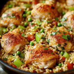 - 450 g Hähnchenschenkel ohne Haut und Knochen - 240 ml Langkornreis (weißer) - 960 ml Hühnerbrühe - 1 mittelgroße Zwiebel - 3 Knoblauchzehen - 1 Paprika (jede Farbe) - 2 Stangen Sellerie - Gewürze (geräuchertes Paprikapulver, Cajun-Gewürz, Thymian, Cayennepfeffer) - 240 ml gewürfelte Tomaten - 240 ml grüne Erbsen - Salz, Pfeffer und frische Petersilie Um ein schmackhaftes Gericht zu kreieren, sind die Zutaten wichtig. Die Hähnchenschenkel geben dem Gericht einen vollen Geschmack. Langkornreis sorgt für die perfekte Basis und nimmt die Aromen gut auf. Hühnerbrühe bringt zusätzliche Tiefe in den Geschmack. Das Gemüse ist der Schlüssel. Zwiebeln und Knoblauch geben eine tolle Grundlage. Paprika bringt Farbe und Süße ins Spiel. Sellerie sorgt für einen knackigen Biss. Gewürze machen das Gericht lebendig. Geräuchertes Paprikapulver und Cajun-Gewürz geben den typischen „Dirty Rice“-Geschmack. Thymian und Cayennepfeffer bringen eine feine Schärfe. Die gewürfelten Tomaten und grünen Erbsen fügen Frische hinzu. Petersilie am Ende sorgt für einen schönen Farbkontrast und einen frischen Geschmack. Diese Zutaten sind einfach zu finden, und du kannst sie leicht anpassen, um deinen eigenen Stil zu kreieren. Wenn du mehr Informationen benötigst, findest du die vollständige Rezeptanleitung hier: Herzhafte Ein-Topf-Hühnchen & Dirty Rice . Zuerst erhitze ich das Pflanzenöl in einem großen Topf. Ich füge die Hähnchenstücke hinzu und würze sie. Salz, Pfeffer, geräuchertes Paprikapulver und Cajun-Gewürz kommen dazu. Dann brate ich das Hähnchen für etwa 5 bis 7 Minuten an. Es sollte goldbraun sein. Danach nehme ich das Hähnchen aus dem Topf und stelle es beiseite. Im gleichen Topf füge ich die gehackte Zwiebel, den zerdrückten Knoblauch, die gewürfelte Paprika und den Sellerie hinzu. Ich koche das Gemüse für etwa 5 Minuten, bis es weich ist. Das Gemüse gibt viel Geschmack ab und duftet köstlich. Jetzt mische ich den Reis unter das Gemüse. So wird der Reis schön mit dem Öl beschichtet. Ich lasse es für 2 Minuten kochen. Dann gebe ich die Hühnerbrühe und die gewürfelten Tomaten dazu. Ich bringe alles zum Kochen und mache es bereit für das nächste Schritt. Jetzt kommt das Hähnchen zurück in den Topf. Ich decke den Topf ab und reduziere die Hitze auf niedrig. Das Gericht köchelt für etwa 20 bis 25 Minuten. Der Reis wird zart und die Flüssigkeit wird aufgenommen. Nach 5 Minuten rühre ich die grünen Erbsen unter. Ich schmecke das Gericht mit Salz und Pfeffer ab. Um den Reis perfekt zu kochen, achte auf das richtige Verhältnis von Reis und Flüssigkeit. Für 240 ml Reis sind 960 ml Hühnerbrühe ideal. So wird der Reis schön fluffig. Die Kochzeit ist auch wichtig. Lasse das Gericht 20 bis 25 Minuten köcheln. So nimmt der Reis die Aromen gut auf. Eine gute Marinade macht den Unterschied. Marinieren Sie das Hähnchen für mindestens 30 Minuten. Verwende dafür etwas Öl, Salz und Pfeffer. Frische Kräuter sind auch klasse. Petersilie oder Thymian bringen frischen Geschmack ins Gericht. Füge sie am Ende hinzu, um die Aromen zu verstärken. Ein häufiger Fehler ist das Überkochen des Reises. Achte darauf, die Hitze nach dem Kochen zu reduzieren. Zu viel oder zu wenig Salz kann das Gericht ruinieren. Beginne mit einer kleinen Menge und taste dich langsam vor. So bekommst du den besten Geschmack. {{image_4}} Du kannst das Hähnchen leicht durch Tofu oder Hülsenfrüchte ersetzen. Tofu bringt eine tolle Textur. Achte darauf, den Tofu gut zu würzen. Kichererbsen oder schwarze Bohnen sind auch super. Sie fügen Protein hinzu und machen das Gericht nahrhaft. Die Gewürze sind der Schlüssel zu jedem tollen Gericht. Probiere Kreuzkümmel oder Curry für einen neuen Geschmack. Diese Gewürze bringen eine andere Tiefe in dein Essen. Du kannst auch frische Kräuter wie Koriander oder Petersilie nutzen. Das Gericht ist schon sehr sättigend, aber Beilagen machen es noch besser. Serviere es mit einem frischen Salat oder knusprigem Brot. Gedünstetes Gemüse passt auch gut dazu. Diese Beilagen bringen Farbe und Nährstoffe auf den Tisch. - Kühlen und Einfrieren: Nach dem Kochen lasse das Gericht auf Raumtemperatur abkühlen. Fülle es dann in luftdichte Behälter. Du kannst das Hähnchen und den Dirty Rice bis zu fünf Tage im Kühlschrank aufbewahren. Für längere Lagerung friere das Gericht in Portionen ein. So bleibt es bis zu drei Monate frisch. - Haltbarkeit im Kühlschrank: Im Kühlschrank bleibt das Gericht für bis zu fünf Tage sicher. Achte darauf, dass der Behälter gut verschlossen ist. Überprüfe das Gericht vor dem Essen auf Geruch oder Veränderungen in der Farbe. - Beste Methoden zum Aufwärmen: Zum Aufwärmen benutze einen Topf oder die Mikrowelle. Wenn du einen Topf verwendest, füge etwas Wasser oder Brühe hinzu. Das hilft, das Gericht feucht zu halten. Decke den Topf ab und erhitze es bei mittlerer Hitze. In der Mikrowelle stelle die Leistung auf mittlere Stufe und rühre das Essen alle 1-2 Minuten um. - Tipps zur Vermeidung von Austrocknung: Um Austrocknung zu vermeiden, füge immer etwas Flüssigkeit hinzu. Decke das Gericht beim Erhitzen ab. So bleibt die Feuchtigkeit erhalten. Rühre das Essen gut um, damit es gleichmäßig warm wird. Das Gericht kann im Kühlschrank bis zu drei Tage halten. Achte darauf, es in einem luftdichten Behälter zu lagern. Wenn du es einfrieren möchtest, hält es bis zu drei Monate. Lass es vorher gut abkühlen, bevor du es einpackst. Zum Aufwärmen einfach in einem Topf oder in der Mikrowelle erhitzen. Ja, du kannst das Rezept ohne Probleme verdoppeln. Nutze einfach einen größeren Topf. Achte darauf, die Kochzeit vielleicht etwas zu verlängern, da mehr Zutaten länger brauchen können, um durchzukochen. Teste den Reis, um sicherzugehen, dass er gar ist. Um das Gericht würziger zu machen, füge mehr Cajun-Gewürz oder Cayennepfeffer hinzu. Du kannst auch frische Kräuter wie Koriander oder Petersilie verwenden. Eine scharfe Sauce kann ebenfalls einen tollen Kick geben. Serviere es mit einem frischen Salat oder knusprigem Brot, um die Aromen zu ergänzen. Die komplette Rezeptanleitung findest du hier: [Herzhafte Ein-Topf-Hühnchen & Dirty Rice ](#). Dieses Rezept vereint Hähnchen, Reis und Gemüse für eine köstliche Mahlzeit. Sie haben gelernt, wie Sie die Hauptzutaten zubereiten, Gewürze hinzufügen und die besten Tipps verwenden. Denken Sie an die Variationen und Lagerungshinweise, um Ihr Gericht anzupassen und richtig zu bewahren. Mit der richtigen Technik bleibt Ihr Essen schmackhaft und frisch. Genießen Sie die Möglichkeit, mit den Zutaten zu experimentieren und Ihr eigenes abwechslungsreiches Gericht zu kreieren. Kochen macht Spaß!