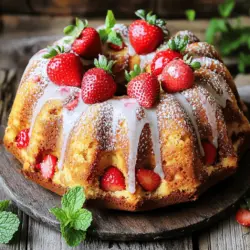 - 2 Tassen Allzweckmehl - 1 ½ Tassen Zucker - ½ Tasse ungesalzene Butter, weich - 1 Tasse Buttermilch Für den perfekten Erdbeer-Bundt-Kuchen sind die Hauptzutaten wichtig. Das Allzweckmehl gibt dem Kuchen die Struktur. Zucker sorgt für die Süße und die Butter bringt den Geschmack. Buttermilch macht den Kuchen saftig und fluffig. Ich benutze immer frische Zutaten, um das beste Ergebnis zu erzielen. - 3 große Eier - 1 Esslöffel Vanilleextrakt - 1 Teelöffel Backpulver - 1 Teelöffel Natron - ½ Teelöffel Salz Eier sind wichtig für die Bindung des Teigs. Vanilleextrakt fügt ein tolles Aroma hinzu. Backpulver und Natron helfen dem Kuchen, schön zu wachsen. Salz verstärkt den Geschmack. Diese Zutaten machen den Kuchen zu etwas Besonderem. - 1 ½ Tassen frische Erdbeeren, vom Grün befreit und gehackt - ½ Tasse Puderzucker (für den Guss) - 2 Esslöffel Milch (für den Guss) Erdbeeren bringen frische, süße Aromen in den Kuchen. Sie sind der Star dieses Rezepts! Der Puderzucker und die Milch ergeben einen leckeren Guss. Dieser Guss macht den Kuchen optisch ansprechend und noch köstlicher. Ich benutze immer frische Erdbeeren, damit der Geschmack intensiv bleibt. Für das vollständige Rezept schaue dir die [Full Recipe] an. Zuerst heizen Sie Ihren Backofen auf 175°C vor. Dies sorgt für eine gleichmäßige Hitze. Fetten Sie eine 10-Tassen-Bundtform großzügig ein. Bestäuben Sie sie dann mit Mehl. So bleibt der Kuchen nicht kleben. In einer großen Schüssel schlagen Sie die weiche Butter mit dem Zucker. Mischen Sie dies 3-4 Minuten lang. Die Mischung sollte hell und fluffig sein. Fügen Sie die Eier nacheinander hinzu und schlagen Sie gut ein. Geben Sie dann den Vanilleextrakt hinzu. In einer separaten Schüssel vermengen Sie das Mehl, Backpulver, Natron und Salz. Fügen Sie die trockenen Zutaten nach und nach zur Butter-Zucker-Mischung hinzu. Mischen Sie abwechselnd mit der Buttermilch. Beginnen und enden Sie mit der Mehlmischung. Rühren Sie nur so lange, bis alles vermengt ist. Zu langes Rühren führt zu einem dichten Kuchen. Heben Sie nun die gehackten Erdbeeren vorsichtig unter. Gießen Sie den Teig in die vorbereitete Bundtform. Glätten Sie die Oberfläche mit einem Spatel. Backen Sie den Kuchen 50-60 Minuten. Prüfen Sie mit einem Zahnstocher, ob er gar ist. Lassen Sie den Kuchen nach dem Backen etwa 15 Minuten in der Form abkühlen. Stürzen Sie ihn dann auf ein Kuchengitter und lassen Sie ihn vollständig abkühlen. Für den Guss vermischen Sie den Puderzucker mit der Milch. Rühren Sie, bis eine glatte Konsistenz entsteht. Passen Sie die Milchmenge an, um die gewünschte Dicke zu erreichen. Sobald der Kuchen abgekühlt ist, träufeln Sie den Guss über die Oberseite. Lassen Sie den Guss die Seiten hinunterlaufen. Für das vollständige Rezept, schauen Sie sich den Abschnitt "Full Recipe" an. Um den besten Erdbeer-Bundt-Kuchen zu backen, wähle frische Erdbeeren. Schau nach reifen Beeren, die fest und rot sind. Vermeide matschige oder grüne Erdbeeren. Diese können den Geschmack und die Textur des Kuchens beeinträchtigen. Du kannst auch Erdbeeren aus der Region verwenden, um den besten Geschmack zu erzielen. Ein häufiges Problem ist, den Teig zu lange zu rühren. Rühre nur so lange, bis alles gut vermischt ist. Zu langes Rühren kann den Kuchen zäh machen. Achte auch darauf, den Kuchen richtig zu backen. Die Backzeit von 50-60 Minuten ist wichtig. Ein Zahnstocher sollte sauber herauskommen, wenn er in die Mitte gesteckt wird. Der Guss ist eine tolle Möglichkeit, den Kuchen zu verfeinern. Du kannst den Puderzucker mit verschiedenen Aromen mischen. Füge etwas Zitronensaft oder Vanille hinzu, um einen anderen Geschmack zu erhalten. Auch Schokoladenguss passt gut zu Erdbeeren. Probiere verschiedene Dekorationen, wie gehackte Nüsse oder Kokosraspel, um deinen Kuchen einzigartig zu machen. {{image_4}} Um den Erdbeer-Bundt-Kuchen gesünder zu machen, kann man Vollkornmehl verwenden. Vollkornmehl hat mehr Ballaststoffe und Nährstoffe. Dadurch wird der Kuchen nahrhafter. Zuckeralternativen sind auch eine gute Wahl. Du kannst Honig oder Ahornsirup nutzen. Diese Optionen geben dem Kuchen einen einzigartigen Geschmack und sind oft gesünder. Zitronenschale bringt eine frische Note in den Kuchen. Einfach etwas abgeriebene Schale zur Mischung geben. Du kannst auch andere Früchte ausprobieren. Himbeeren oder Heidelbeeren passen gut. Diese Früchte verleihen dem Kuchen neue Farben und Aromen. Fühle dich frei, kreativ zu sein! Serviere den Erdbeer-Bundt-Kuchen mit einer Kugel Eis. Vanilleeis passt besonders gut. Alternativ kannst du Schlagsahne verwenden. Ein Klecks Sahne auf dem Kuchen macht ihn noch köstlicher. Du kannst auch frische Erdbeeren als Dekoration nutzen. So sieht der Kuchen noch schöner aus. Für das vollständige Rezept, schau dir das Rezept unter [Full Recipe] an. Um den Erdbeer-Bundt-Kuchen frisch zu halten, lege ihn in einen luftdichten Behälter. Du kannst ihn auch mit Plastikfolie abdecken. Wenn du ihn richtig lagerst, bleibt er bis zu vier Tage saftig. Stelle sicher, dass der Kuchen bei Raumtemperatur bleibt. Vermeide direkte Sonneneinstrahlung, da dies den Kuchen austrocknen kann. Wenn du den Kuchen länger aufbewahren möchtest, friere ihn ein. Hier ist eine Schritt-für-Schritt-Anleitung: 1. Kühlen: Lass den Kuchen vollständig abkühlen. 2. Schneiden: Teile den Kuchen in Stücke, wenn du ihn einfacher auftauen möchtest. 3. Verpacken: Wickele jedes Stück in Plastikfolie und lege es in einen Gefrierbeutel. 4. Beschriften: Schreibe das Datum auf den Beutel. 5. Einfrieren: Lege die Beutel in den Gefrierschrank. Um den Kuchen wieder zu genießen, nimm ein Stück heraus und lasse es über Nacht im Kühlschrank auftauen. Du kannst den Kuchen auch bei Raumtemperatur auftauen. Der Erdbeer-Bundt-Kuchen hält sich im Kühlschrank bis zu vier Tage. Im Gefrierschrank bleibt er bis zu drei Monate frisch. Achte darauf, den Kuchen gut verpackt einzufrieren. So vermeidest du Gefrierbrand. Wenn du frische Erdbeeren verwendest, achte darauf, sie vor dem Einfrieren gut zu waschen und zu schneiden. So bleibt der Kuchen lecker und saftig. Die Zubereitung des Erdbeer-Bundt-Kuchens dauert insgesamt etwa 1 Stunde und 30 Minuten. - Vorbereitungszeit: 20 Minuten - Backzeit: 50-60 Minuten - Abkühlzeit: 15 Minuten in der Form, dann vollständig abkühlen lassen Diese Zeiten sind wichtig, um einen perfekten Kuchen zu erhalten. Ja, du kannst gefrorene Erdbeeren verwenden. Achte darauf, sie gut abzutropfen. - Tipps: - Die Erdbeeren vorher auf Zimmertemperatur bringen. - Entferne überschüssige Feuchtigkeit, um den Teig nicht zu verwässern. Das gibt deinem Kuchen trotzdem einen fruchtigen Geschmack. Um den Kuchen glutenfrei zu machen, kannst du alternatives Mehl wählen. - Alternativen für glutenfreies Backen: - Verwende glutenfreies Allzweckmehl. - Achte darauf, dass das Mehl eine Bindemittel enthält. Dies hilft, die richtige Konsistenz zu erreichen. Ja, der Kuchen schmeckt auch ohne Guss sehr gut. - Geschmackliche Bewertung ohne Guss: - Der natürliche Erdbeergeschmack kommt stark zur Geltung. - Die Textur bleibt saftig und frisch. Ich empfehle, den Kuchen einfach mit Puderzucker zu bestäuben für eine schöne Präsentation. Abschließend haben wir gelernt, wie man einen leckeren Erdbeer-Bundt-Kuchen macht. Wir haben die Hauptzutaten, die Schritte und Tipps besprochen. Es ist wichtig, die richtigen Erdbeeren zu wählen und Fehler beim Backen zu vermeiden. Viele Variationen und Aufbewahrungsmöglichkeiten stehen zur Verfügung. Experimentiere mit neuen Ideen, um deine Version zu verbessern. Mit diesen Informationen bist du bereit, deinen Kuchen zu kreieren. Viel Freude beim Backen!