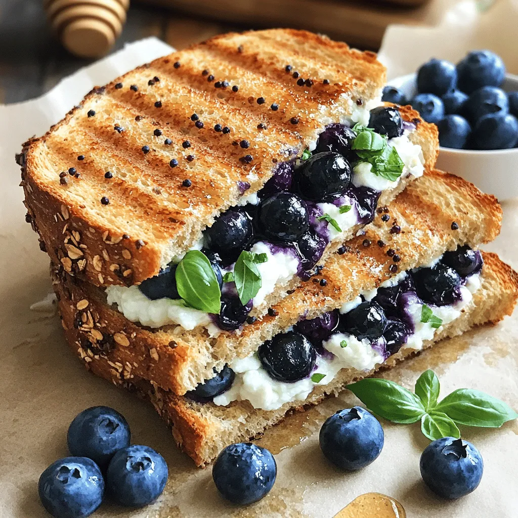 - 4 Scheiben Vollkornbrot - 150g weicher Ziegenkäse - 1 Tasse frische Blaubeeren