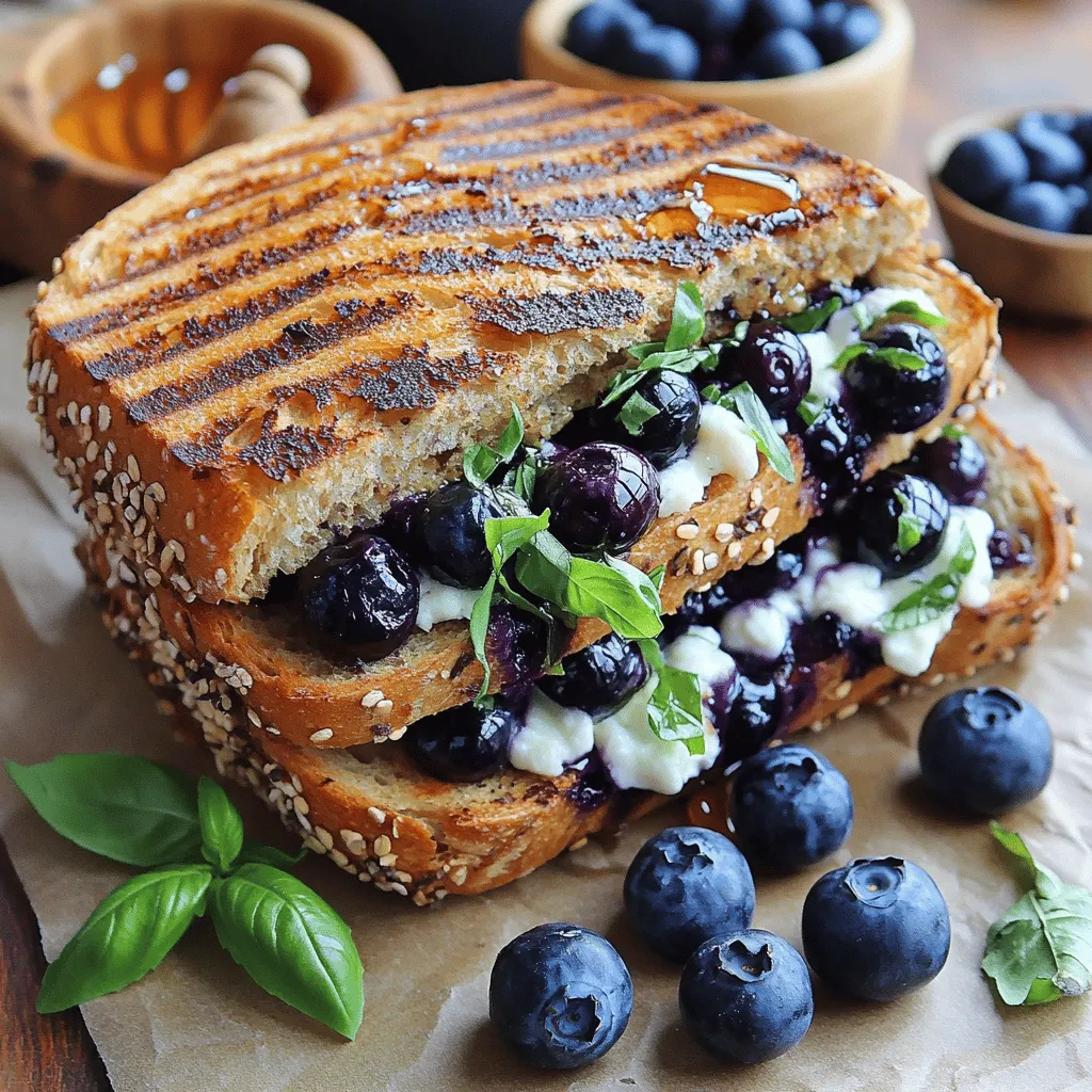 - 4 Scheiben Vollkornbrot - 150g weicher Ziegenkäse - 1 Tasse frische Blaubeeren