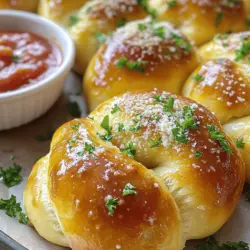 Um köstliche Knoblauchknoten zuzubereiten, benötigst du einige einfache, aber wichtige Zutaten: - 450 g Pizzateig (gekauft oder selbstgemacht) - 4 Esslöffel ungesalzene Butter, geschmolzen - 4 Knoblauchzehen, fein gehackt - 2 Teelöffel getrockneter Oregano - ½ Teelöffel rote Pfefferflocken (nach Belieben) - 60 g geriebener Parmesan - 2 Esslöffel frische Petersilie, gehackt - Salz nach Geschmack - Marinara-Sauce zum Dippen (optional) Diese Zutaten sind die Grundlage für den vollen Geschmack und die Aromen der Knoblauchknoten. Der Knoblauch und die Butter geben einen tollen Geschmack. Oregano und Parmesan fügen eine schöne Tiefe hinzu. Wenn du einen Dip für deine Knoblauchknoten machen möchtest, ist Marinara-Sauce eine großartige Wahl. Du kannst auch andere Dips ausprobieren: - Knoblauch-Aioli - Kräuterbutter - Pesto Diese Dips passen gut zu den Knoten und machen das Erlebnis noch besser. Experimentiere mit verschiedenen Dips und finde deinen Favoriten. Falls du einige Zutaten nicht hast, gibt es gute Alternativen: - Pizzateig: Verwende Blätterteig oder selbstgemachten Brotteig. - Parmesan: Feta oder Mozzarella sind gute Käsealternativen. - Oregano: Basilikum oder italienische Gewürzmischung funktionieren auch. Denke daran, dass die Verwendung anderer Zutaten den Geschmack verändern kann. Aber das ist das Schöne am Kochen! Du kannst es nach deinem Geschmack anpassen. Zuerst heize den Ofen auf 220°C vor. Lege ein Backblech mit Backpapier aus. Bestäube die Arbeitsfläche leicht mit Mehl. Teile den Pizzateig in 12 gleich große Stücke. Das ist wichtig, damit alle Knoten gleichmäßig backen. Nehme ein Stück Teig und forme es zu einem etwa 15-20 cm langen Strang. Binde jeden Strang zu einem Knoten. Lege die Knoten auf das Backblech. Achte darauf, genug Platz zwischen den Knoten zu lassen. So können sie gut aufgehen und knusprig werden. Vermische in einer kleinen Schüssel die geschmolzene Butter, den gehackten Knoblauch, den Oregano und die roten Pfefferflocken. Bestreiche die Knoten großzügig mit dieser Mischung. Streue den geriebenen Parmesan gleichmäßig darüber. Backe die Knoten im Ofen für 12-15 Minuten. Sie sind fertig, wenn sie goldbraun und knusprig sind. Nach dem Backen kannst du sie mit der restlichen Knoblauch-Butter bestreichen. Serviere die Knoten warm, eventuell mit Marinara-Sauce zum Dippen. Für das komplette Rezept, schau dir den Abschnitt mit dem Titel Full Recipe an. Um perfekte Knoblauchknoten zu machen, ist der Pizzateig wichtig. Verwende frischen oder selbstgemachten Teig für beste Ergebnisse. Lasse den Teig vor der Bearbeitung etwa 30 Minuten ruhen. Dies hilft, die Knoten leichter zu formen. Das Backen bei hoher Temperatur sorgt für eine knusprige Außenseite. Das Innere bleibt weich und luftig. Vergiss nicht, die Knoten nach dem Backen mit der restlichen Knoblauch-Butter zu bestreichen. So bleibt der Geschmack intensiv. Ein häufiger Fehler ist, die Knoten zu dicht auf das Backblech zu legen. Dadurch können sie nicht gleichmäßig backen. Achte auch darauf, die Knoten nicht zu lange im Ofen zu lassen. Sie sollten goldbraun, aber nicht verbrannt sein. Verwende frischen Knoblauch, um den besten Geschmack zu erzielen. Trocken oder alt gewordener Knoblauch kann bitter schmecken. Knoblauchknoten passen gut zu vielen Gerichten. Serviere sie mit einer Marinara-Sauce zum Dippen. Sie sind auch eine tolle Beilage zu Pasta oder Salaten. Du kannst sie als Snack beim Filmabend genießen. Für ein festliches Essen kombiniere sie mit einer Antipasti-Platte. Probiere auch, sie mit frischen Kräutern wie Basilikum oder Oregano zu garnieren. So bringst du zusätzliche Aromen ins Spiel. {{image_4}} Knoblauchknoten sind sehr flexibel. Du kannst mit den Gewürzen spielen. Zum Beispiel mag ich Thymian oder Basilikum. Diese Kräuter bringen eine neue Note. Wenn du es schärfer magst, probiere Chili oder Paprika. Das gibt einen tollen Kick. Du kannst auch frischen Knoblauch verwenden. Er hat einen intensiveren Geschmack. Experimentiere mit verschiedenen Kombinationen, um deine perfekte Mischung zu finden. Käse macht alles besser! Parmesan ist klassisch, aber nicht die einzige Wahl. Probiere Mozzarella für einen cremigen Biss. Feta gibt einen salzigen, würzigen Geschmack. Auch Cheddar passt gut. Mische verschiedene Käsesorten, um mehr Tiefe zu erhalten. Das macht deine Knoblauchknoten spannend und lecker. Denke daran, den Käse gleichmäßig zu streuen, um alle Knoten gut zu bedecken. Du kannst Knoblauchknoten anpassen, um sie vegetarisch zu machen. Alle Zutaten sind bereits pflanzlich. Für glutenfreie Knoten wähle glutenfreien Pizzateig. Das geht einfach und schmeckt trotzdem klasse. Du kannst auch Blumenkohlteig verwenden. Das ist gesund und lecker. So kannst du die Knoten genießen, egal welche Diät du verfolgst. In der [Full Recipe] findest du die Basis, um deine Variationen auszuprobieren. Um Knoblauchknoten frisch zu halten, lege sie in einen luftdichten Behälter. So bleiben sie weich und lecker. Du kannst sie bei Raumtemperatur für bis zu zwei Tage aufbewahren. Wenn du sie länger aufbewahren möchtest, solltest du sie im Kühlschrank lagern. Achte darauf, dass sie gut verpackt sind, um ein Austrocknen zu verhindern. Wenn du noch Knoten übrig hast, friere sie ein. Lege sie in einen Gefrierbeutel oder eine luftdichte Box. Stelle sicher, dass sie nicht zusammenkleben. So kannst du sie bis zu drei Monate aufbewahren. Wenn du bereit bist, sie zu essen, lass sie im Kühlschrank auftauen. Um die Knoten wieder warm zu machen, heize den Ofen auf 180°C vor. Lege die Knoten auf ein Backblech und backe sie für etwa 5-7 Minuten. So werden sie wieder knusprig. Du kannst auch die Mikrowelle nutzen, aber sie werden nicht so knusprig. Ein wenig Butter darüber macht sie noch besser. Knoblauchknoten bleiben frisch für etwa drei Tage. Bewahren Sie sie in einem luftdichten Behälter auf. Für längere Haltbarkeit legen Sie sie in den Kühlschrank. So bleiben sie bis zu einer Woche genießbar. Sie können auch die Knoten einfrieren. Wickeln Sie sie gut in Frischhaltefolie ein. So halten sie bis zu drei Monate. Ja, Sie können den Pizzateig selbst machen. Es ist einfach und macht Spaß! Mischen Sie Mehl, Wasser, Hefe und Salz. Kneten Sie den Teig gut durch. Lassen Sie ihn dann an einem warmen Ort gehen. Nach einer Stunde ist der Teig bereit für die Knoblauchknoten. Knoblauchknoten sind sehr vielseitig. Sie passen gut zu Marinara-Sauce. Auch ein frischer Salat ergänzen sie wunderbar. Probieren Sie sie mit einer cremigen Knoblauchsoße. Käse, wie Mozzarella oder Parmesan, ist auch eine tolle Ergänzung. Genießen Sie sie als Snack oder Beilage zu Pizza! Knoblauchknoten sind einfach zuzubereiten und lecker. Wir haben die Hauptzutaten und Tipps besprochen. Du hast gelernt, wie du die Knoten formst und sie perfekt backst. Auch Variationen und Lagerung waren wichtig. Denke an die kleinen Fehler, die beim Zubereiten passieren können. Experimentiere mit Gewürzen und Dips. Halte deine Knoblauchknoten frisch, indem du sie richtig lagerst. Jetzt bist du bereit, diese Leckerei zu genießen!