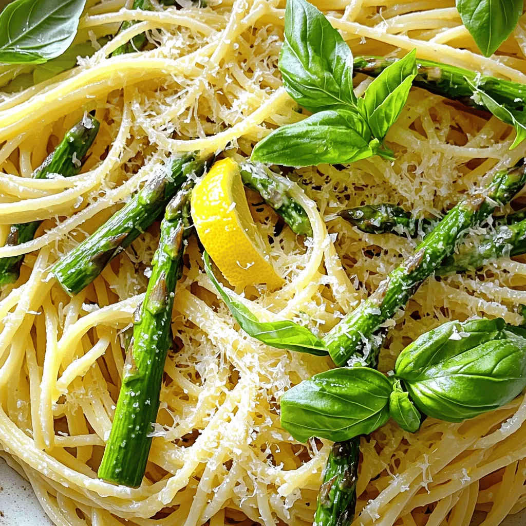 Um Zitronen-Parmesan-Spargel-Pasta zu machen, brauchen Sie einige einfache Zutaten. Sie benötigen 225 g Spaghetti oder Fettuccine. Auch ein Bund Spargel ist wichtig. Der Spargel sollte in 5 cm lange Stücke geschnitten sein. Dann brauchen Sie 2 Esslöffel Olivenöl und 2 Knoblauchzehen. Eine Zitrone ist auch nötig, sowohl zum Abrieben als auch zum Auspressen. Vergessen Sie nicht 50 g geriebenen Parmesan und etwas Salz und Pfeffer. Optional sind zerdrückte rote Pfefferflocken und frische Basilikumblätter zur Dekoration.