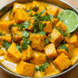 Für ein schmackhaftes Indian Pumpkin Curry brauchst du einige Schlüsselzutaten. Diese Zutaten machen das Gericht besonders lecker und aromatisch. Hier ist die Liste: - 1 kleiner Kürbis (ca. 900 g), geschält und gewürfelt - 1 große Zwiebel, fein gehackt - 3 Knoblauchzehen, gehackt - 2,5 cm frisch geriebener Ingwer - 2 mittelgroße Tomaten, püriert - 250 ml Kokosmilch - 1 Esslöffel Currypulver - 1 Teelöffel Kreuzkümmelsamen - 1 Teelöffel Kurkumapulver - 1 Teelöffel Garam Masala - 1-2 grüne Chilis, längs aufgeschnitten (je nach gewünschtem Schärfegrad) - 2 Esslöffel Pflanzenöl - Salz nach Geschmack - Frischer Koriander zum Garnieren Diese Zutaten geben deinem Curry den einzigartigen indischen Geschmack. Der Kürbis sorgt für eine süßliche Note und die Gewürze bringen die Wärme und Tiefe ins Gericht. Wenn du Gewürze verwendest, hast du viele Optionen. Du kannst frische oder getrocknete Gewürze nehmen. Frische Gewürze, wie Ingwer und Chilis, geben mehr Aroma. Getrocknete Gewürze wie Currypulver und Kurkuma sind praktisch und halten lange. Wenn du frische Gewürze verwendest, achte darauf, dass sie frisch und aromatisch sind. Sie bringen mehr Geschmack in dein Curry. Wenn du getrocknete Gewürze wählst, achte auf die Haltbarkeit. Gewürze verlieren mit der Zeit ihr Aroma. Den richtigen Kürbis zu wählen, ist wichtig. Du solltest einen kleinen, festen Kürbis nehmen. Der Kürbis sollte keine Flecken oder Druckstellen haben. Hokkaido-Kürbis ist eine gute Wahl. Er hat eine süßliche Note und eine zarte Schale. Du kannst ihn einfach mitessen, ohne ihn zu schälen. Butternut-Kürbis ist auch lecker, hat aber eine dickere Schale. Wähle einen Kürbis, der sich schwer anfühlt und einen matten Look hat. So weißt du, dass er frisch ist. Ein guter Kürbis macht dein Curry noch besser. Du findest den vollständigen Rezept unter [Full Recipe]. Vor der Zubereitung müssen alle Zutaten bereit sein. Hier sind die Schritte: - Kürbis schälen und in kleine Würfel schneiden. - Zwiebel fein hacken. - Knoblauch und Ingwer vorbereiten. - Tomaten pürieren. - Gewürze messen und bereitstellen. Diese Schritte helfen, den Kochprozess zu erleichtern und den Überblick zu behalten. Jetzt beginnen wir mit dem Kochen. 1. Öl erhitzen: Nimm einen großen Topf und erhitze das Pflanzenöl bei mittlerer Hitze. 2. Kreuzkümmelsamen: Gib die Kreuzkümmelsamen hinzu und brate sie für 30 Sekunden. 3. Zwiebel anbraten: Füge die gehackte Zwiebel hinzu. Brate sie, bis sie goldbraun und durchsichtig ist (ca. 5-7 Minuten). 4. Knoblauch und Ingwer: Jetzt kommen der Knoblauch, der Ingwer und die grünen Chilis dazu. Lass alles zwei Minuten kochen. 5. Tomatenpüree: Gebe die pürierten Tomaten in den Topf und lasse die Mischung 5-7 Minuten köcheln. 6. Gewürze hinzufügen: Rühre das Currypulver, das Kurkumapulver und das Salz gut unter. 7. Kürbis: Füge die Kürbiswürfel hinzu und vermenge alles gut. 8. Kokosmilch: Gieße die Kokosmilch dazu und rühre erneut um. 9. Köcheln lassen: Decke den Topf ab und lasse das Curry 20-25 Minuten leicht köcheln. 10. Garam Masala: Wenn der Kürbis zart ist, füge das Garam Masala hinzu und koche es weitere 5 Minuten. 11. Garnieren: Nimm den Topf vom Herd und garniere mit frischem Koriander. Ein großer Topf ist wichtig für dieses Rezept. Er sorgt dafür, dass alle Zutaten gleichmäßig garen. Zudem verhindert er, dass die Mischung überkocht. So bleibt alles zusammen und die Aromen mischen sich gut. Ein Topf macht das Kochen einfach und spart Zeit beim Abwasch. Für die vollständige Anleitung mit allen Zutaten, schau dir das [Full Recipe] an. Ein häufiger Fehler ist, den Kürbis nicht richtig zuzubereiten. Manchmal schälen oder würfeln wir ihn nicht gleichmäßig. Achte darauf, dass die Würfel gleich groß sind. So garen sie gleichmäßig. Ein weiterer Fehler ist, die Gewürze nicht richtig zu rösten. Röste die Kreuzkümmelsamen, bevor du die Zwiebeln hinzufügst. Das bringt mehr Aroma. Die Schärfe ist wichtig. Du kannst die Schärfe des Currys leicht anpassen. Verwende weniger grüne Chilis, wenn du es milder magst. Oder füge mehr Chilis hinzu, wenn du es schärfer willst. Du kannst die Chilis auch ganz weglassen. Das Curry bleibt trotzdem lecker. Die Konsistenz des Currys ist entscheidend. Es sollte cremig, aber nicht zu flüssig sein. Achte darauf, die Kokosmilch gut zu mischen. Wenn das Curry zu dick ist, füge etwas Wasser hinzu. Koche es dann etwas länger. Das macht es perfekt. Für die beste Präsentation serviere das Curry mit frischem Koriander. Das sieht nicht nur gut aus, sondern bringt auch frischen Geschmack. {{image_4}} Wenn Sie eine vegane Option suchen, gibt es tolle Möglichkeiten. Anstelle von Kokosmilch können Sie auch Mandel- oder Sojamilch verwenden. Diese Alternativen geben einen anderen, aber leckeren Geschmack. Für mehr Protein können Sie Kichererbsen oder Linsen hinzufügen. Diese passen gut zum Kürbis und machen das Gericht nahrhaft. Die Vielfalt an Gemüse ist groß! Sie können Karotten, Blumenkohl oder Spinat in Ihr Curry geben. Diese Gemüsesorten bringen Farbe und Nährstoffe. Schneiden Sie sie klein, damit sie gleichmäßig garen. Bei der Zubereitung können Sie auch Süßkartoffeln verwenden. Sie sind süß und ergänzen den Kürbis wunderbar. Wenn Sie Protein hinzufügen möchten, gibt es viele Optionen. Hähnchen oder Tofu sind beliebte Wahl. Schneiden Sie das Hähnchen in kleine Stücke und braten Sie es gleich zu Beginn an. Für Tofu verwenden Sie festen Tofu. Braten Sie ihn zuerst an, bevor Sie das Gemüse hinzufügen. So bleibt der Tofu knusprig und lecker. Für eine ganz andere Note können Sie auch garnierte Shrimp oder Fisch hinzufügen. Diese Optionen bringen einen neuen Geschmack in Ihr Curry. Wenn Sie mehr Ideen wollen, schauen Sie sich das [Full Recipe] an. Um übrig gebliebenes Curry richtig zu lagern, warten Sie, bis es abgekühlt ist. Füllen Sie das Curry dann in einen luftdichten Behälter. Achten Sie darauf, dass er gut verschlossen ist. So bleibt das Curry frisch. Sie können es auch in Portionen aufteilen. Das macht das Aufwärmen einfacher. Wenn Sie das Curry aufwärmen, nutzen Sie einen Topf oder die Mikrowelle. Bei der Herdmethode stellen Sie die Hitze auf niedrig. Rühren Sie das Curry häufig um, damit es gleichmäßig warm wird. Bei der Mikrowelle verwenden Sie einen mikrowellengeeigneten Teller. Erhitzen Sie es in kurzen Intervallen von 1-2 Minuten. Rühren Sie zwischendurch um. So vermeiden Sie heiße Stellen. Im Kühlschrank hält sich das Curry etwa 3-4 Tage. Stellen Sie sicher, dass es gut verpackt ist. Im Gefrierer können Sie das Curry bis zu 3 Monate lagern. Verwenden Sie gefriergeeignete Behälter. Beschriften Sie die Behälter mit dem Datum. So wissen Sie, wie lange es schon drin ist. Vor dem Verzehr tauen Sie das Curry im Kühlschrank auf oder erwärmen es direkt. Wenn Sie keinen Kürbis haben, probieren Sie Süßkartoffeln oder Zucchini. Beide sind weich und nehmen Aromen gut auf. Sie können auch Karotten oder Blumenkohl verwenden. Das gibt dem Curry einen neuen Geschmack. Ja, das Curry schmeckt am besten, wenn Sie es im Voraus machen. Die Aromen verbinden sich dann besser. Kochen Sie das Curry, lassen Sie es abkühlen und stellen Sie es in den Kühlschrank. Es hält sich bis zu drei Tage. Um die Schärfe zu senken, verwenden Sie weniger grüne Chilis. Sie können auch Joghurt oder Kokosmilch hinzufügen. Diese Zutaten machen das Curry milder. Ein Spritzer Limettensaft kann auch helfen, die Schärfe auszubalancieren. In diesem Blogpost haben wir die wichtigen Zutaten für Indian Pumpkin Curry behandelt. Wir sind durch die Zubereitungsschritte gegangen und haben Tipps gegeben, um Fehler zu vermeiden. Außerdem haben wir Variationen für vegane Optionen und verschiedene Gemüsesorten besprochen. Zum Schluss haben wir die besten Lager- und Aufwärmtipps geteilt. Genieße das Kochen und entdecke neue Geschmäcker. Dein Kürbis-Curry kann sehr vielfältig sein. Sei kreativ in der Küche!