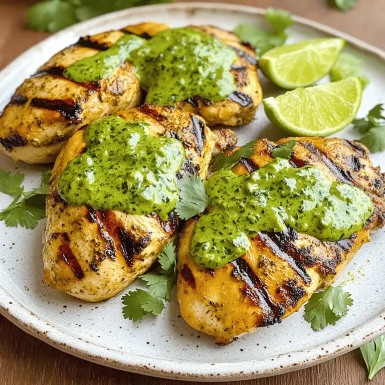 Für dieses leckere Gericht benötigst du einige einfache, aber wichtige Zutaten. Hier sind die Hauptzutaten: - 4 Hähnchenbrustfilets, ohne Haut und Knochen - 3 Esslöffel Olivenöl - 2 Teelöffel Knoblauchpulver - 1 Teelöffel Kreuzkümmel - 1 Teelöffel Paprika - Salz und Pfeffer nach Geschmack Diese Zutaten geben dem Hähnchen einen tollen Geschmack und sorgen für eine saftige Textur. Die grüne Sauce ist das Herzstück dieses Rezepts. Sie bringt Frische und einen tollen Geschmack. Die Zutaten sind: - 1 Tasse frische Korianderblätter - 1 Jalapeño, entkernt (nach Geschmack anpassen) - 1/2 Tasse griechischer Joghurt - 1/4 Tasse Mayonnaise - Saft von 1 Limette - 1/4 Teelöffel schwarzer Pfeffer Diese Zutaten machen die Sauce cremig und würzig. Der Koriander und die Jalapeño bringen eine schöne Schärfe. Frische Zutaten machen einen großen Unterschied. Hier sind einige Tipps, um die besten Zutaten zu wählen: - Hähnchen: Achte darauf, dass das Hähnchen frisch aussieht. Es sollte eine rosa Farbe haben und keinen seltsamen Geruch. - Koriander: Wähle frische, grüne Blätter ohne braune Stellen. Die Blätter sollten fest und saftig sein. - Jalapeño: Suche nach festen, glatten Schoten. Die Farbe sollte gleichmäßig grün sein. - Limetten: Wähle Limetten mit einer glatten Haut. Sie sollten schwer für ihre Größe sein. Wenn du die besten Zutaten auswählst, wird dein Gericht noch besser. Für das vollständige Rezept kannst du die [Full Recipe] ansehen. Zuerst nehme ich eine große Schüssel. Ich gebe Olivenöl, Knoblauchpulver, Kreuzkümmel, Paprika, Salz und Pfeffer hinein. Dann mische ich alles gut. Jetzt füge ich die Hähnchenbrustfilets hinzu. Ich reibe sie sorgfältig mit der Marinade ein. So ist jedes Stück gleichmäßig bedeckt. Danach decke ich die Schüssel mit Frischhaltefolie ab. Ich lasse das Hähnchen mindestens 30 Minuten im Kühlschrank marinieren. Für mehr Geschmack kann ich es bis zu 2 Stunden lassen. Als nächstes heize ich meinen Grill oder eine Pfanne vor. Die Hitze sollte mittel bis hoch sein. Ich nehme das marinierte Hähnchen aus der Schüssel. Dann lege ich es auf den Grill oder in die Pfanne. Ich brate die Stücke etwa 6-7 Minuten auf jeder Seite. Ich achte darauf, dass das Hähnchen eine Innentemperatur von 75°C erreicht. Nach dem Braten lege ich das Hähnchen auf einen Teller. Es ruht dann für 5 Minuten, bevor ich es in Scheiben schneide. Jetzt bereite ich die cremige grüne Sauce zu. Dafür nehme ich einen Mixer oder eine Küchenmaschine. Ich gebe frische Korianderblätter, Jalapeño, griechischen Joghurt, Mayonnaise, Limettensaft und schwarzen Pfeffer hinein. Ich püriere alles, bis die Mischung glatt und cremig ist. Ich probiere die Sauce und würze sie nach Bedarf. Das Hähnchen ist jetzt bereit zum Servieren. Ich schneide die marinierten Hähnchenbrustfilets in Scheiben. Dann richte ich sie schön auf Tellern an. Ich träufle die cremige grüne Sauce großzügig darüber. Für das letzte Finish lege ich Limettenviertel und frischen Koriander oben drauf. So sieht das Gericht nicht nur toll aus, sondern schmeckt auch fantastisch. Die Marinierzeit ist sehr wichtig für den Geschmack. Ich empfehle, das Hähnchen mindestens 30 Minuten zu marinieren. Für mehr Geschmack lassen Sie es bis zu 2 Stunden im Kühlschrank. So zieht die Marinade in das Fleisch ein und macht es zart und würzig. Verwenden Sie immer frische Zutaten, um das Beste aus der Marinade herauszuholen. Für das Braten oder Grillen empfehle ich, eine mittlere bis hohe Hitze zu nutzen. Braten Sie das Hähnchen etwa 6-7 Minuten auf jeder Seite. Achten Sie darauf, dass das Hähnchen eine Innentemperatur von 75°C erreicht. Lassen Sie das Hähnchen nach dem Braten 5 Minuten ruhen, damit der Saft im Fleisch bleibt. So wird es saftig und lecker. Passen Sie den Geschmack der grünen Sauce an Ihren Wunsch an. Wenn Sie es schärfer mögen, fügen Sie mehr Jalapeños hinzu. Für einen frischeren Geschmack können Sie mehr Limettensaft verwenden. Sie können auch Kräuter wie Petersilie oder Minze hinzufügen. Experimentieren Sie mit den Zutaten, um Ihre perfekte Sauce zu finden. Für das komplette Rezept schauen Sie sich das [Full Recipe] an. {{image_4}} Wenn Sie kein Hähnchen mögen, können Sie auch andere Proteine verwenden. Zum Beispiel, probieren Sie Pute oder Schweinefleisch. Beide nehmen die Marinade gut auf. Lamm ist eine weitere Option, die gut zu diesem Gericht passt. Sie können auch Fisch wie Lachs oder Kabeljau nehmen. Diese Optionen bringen einen neuen Geschmack in das Rezept. Für eine vegetarische Version verwenden Sie Tofu oder Tempeh. Marinieren Sie den Tofu genauso wie das Hähnchen. Achten Sie darauf, ihn gut zu pressen, damit er die Aromen aufnimmt. Gegrilltes Gemüse ist eine weitere leckere Option. Verwenden Sie Paprika, Zucchini oder Auberginen. Diese Gemüsesorten schmecken toll mit der grünen Sauce. In Peru finden Sie viele Variationen dieses Gerichts. In einigen Regionen fügen Köche Peruanische Kartoffeln oder Reis hinzu. Das gibt dem Gericht mehr Substanz. Manchmal wird auch eine schärfere Sauce verwendet, die extra Jalapeños enthält. Experimentieren Sie mit lokalen Kräutern oder Gewürzen. So schaffen Sie Ihre eigene, einzigartige Version. Für das volle Rezept, schauen Sie sich die Details an. Reste von Peruanischem Hähnchen mit cremiger grüner Sauce sind einfach zu lagern. Lass das Hähnchen zuerst abkühlen. Dann packe es in einen luftdichten Behälter. Die grüne Sauce kannst du separat aufbewahren. So bleibt sie frisch. Du kannst die Reste im Kühlschrank bis zu drei Tage aufbewahren. Wenn du das Hähnchen und die Sauce zusammen lagerst, wird das Hähnchen weich. Daher ist es besser, sie getrennt zu halten. Wenn du mehr Reste hast, kannst du sie auch einfrieren. Das Hähnchen kannst du in Portionen schneiden. Wickel es gut in Frischhaltefolie und dann in Alufolie. So bleibt es bis zu drei Monate frisch. Die grüne Sauce kannst du ebenfalls einfrieren. Nutze einen gefrierfesten Behälter. Achte darauf, etwas Platz zu lassen, damit die Sauce sich ausdehnen kann. So bleibt der Geschmack erhalten. Wenn du das Hähnchen aufwärmen möchtest, gibt es ein paar einfache Tipps. Stelle den Ofen auf 180 Grad Celsius ein. Lege das Hähnchen auf ein Backblech und bedecke es mit Alufolie. So bleibt es saftig. Erwärme es für etwa 15-20 Minuten. Die grüne Sauce kannst du in einer kleinen Schüssel aufwärmen. Stelle sie in die Mikrowelle für 30 Sekunden bis 1 Minute. Rühre sie zwischendurch um. So bleibt die Sauce cremig und lecker. Mariniertes Hähnchen kann bis zu zwei Stunden im Kühlschrank aufbewahrt werden. Wenn du es länger lagern willst, lege es in den Kühlschrank. Die Marinade gibt dem Hähnchen mehr Geschmack. Ich empfehle, das Hähnchen nicht länger als 24 Stunden zu marinieren. So bleibt es frisch und zart. Peruanisches Hähnchen passt gut zu vielen Beilagen. Du kannst Reis, Quinoa oder auch gebratenes Gemüse servieren. Ein frischer Salat ergänzt das Gericht perfekt. Auch Kartoffeln oder Avocado sind tolle Optionen. Diese Beilagen bringen noch mehr Geschmack auf den Tisch. Die grüne Sauce kann scharf sein, je nach Menge des Jalapeños. Wenn du es milder magst, verwende weniger Jalapeño oder entferne die Kerne. Die Sauce hat auch einen frischen Geschmack durch Koriander und Limette. So bleibt sie lecker, auch wenn sie weniger scharf ist. Du kannst die Schärfe ganz nach deinem Geschmack anpassen. In diesem Artikel haben wir die Hauptzutaten für peruanisches Hähnchen und die grüne Sauce behandelt. Ich habe Tipps zur Marinierzeit und fürs Grillen gegeben. Zudem erörterte ich verschiedene Variationen, wie vegetarische Alternativen und Lagerungshinweise. Denken Sie daran, frische Zutaten zu wählen und Ihre Gerichte nach Geschmack anzupassen. Kochen macht Spaß und bringt Freude. Probieren Sie das Rezept aus, und genießen Sie das Essen!