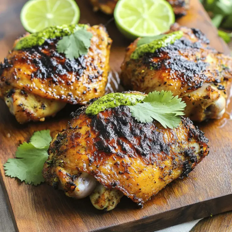 Für dieses Rezept benötigst du folgende Zutaten: - 4 Hähnchenschenkel, mit Knochen und Haut - 4 Knoblauchzehen, fein gehackt - 2 Teelöffel Paprika - 1 Teelöffel Kreuzkümmel - 1 Teelöffel getrockneter Oregano - Saft von 2 Limetten - 2 Esslöffel Olivenöl - Salz und Pfeffer nach Geschmack Diese Zutaten sorgen für den klassischen Geschmack des peruanischen Hähnchens. Die Kombination aus Gewürzen und Limettensaft gibt dem Hähnchen ein tolles Aroma. Für die Aji Verde Sauce brauchst du: - 1 Tasse frische Korianderblätter - 1 Jalapeño, entkernt - 1/2 Tasse Mayonnaise - 1/4 Tasse saure Sahne - 1 Esslöffel Limettensaft - 1 Esslöffel Essig (entsprechend verdünnend) - 1/2 Teelöffel Salz Diese Zutaten machen die Aji Verde Sauce frisch und würzig. Die Schärfe des Jalapeños und die Frische des Korianders sind perfekt für das Hähnchen. Achte beim Einkaufen auf frische Zutaten: - Wähle Hähnchen mit fester Haut und ohne Flecken. - Die Knoblauchzehen sollten fest und trocken sein. - Kaufe Koriander, der lebendig grün aussieht und frisch riecht. - Achte darauf, dass die Limetten schwer sind, das zeigt, dass sie saftig sind. Frische Zutaten machen den Unterschied in jedem Gericht. Sie bringen den vollen Geschmack in dein Peruanisches Hähnchen mit grüner Sauce. Um das Hähnchen schmackhaft zu machen, marinieren wir es zuerst. Nimm eine große Schüssel. Mische dort die fein gehackten Knoblauchzehen, Paprika, Kreuzkümmel, Oregano, Limettensaft, Olivenöl, Salz und Pfeffer. Rühre alles gut um. Füge dann die Hähnchenschenkel hinzu. Stelle sicher, dass sie gleichmäßig bedeckt sind. Decke die Schüssel ab und lege sie für mindestens eine Stunde in den Kühlschrank. Ideal ist es, wenn du das Hähnchen über Nacht marinierst. So wird der Geschmack intensiver. Heize deinen Grill vor oder den Ofen auf 220°C vor. Wenn du grillst, lege die marinierten Hähnchenschenkel mit der Hautseite nach unten auf den Grill. Grill das Hähnchen etwa 15 bis 20 Minuten pro Seite. Überprüfe die Innentemperatur, sie sollte 75°C erreichen. Wenn du das Hähnchen im Ofen zubereitest, lege die Hähnchenschenkel auf ein Backblech. Röste sie dort für 35 bis 40 Minuten, bis sie goldbraun sind. Lass das Hähnchen nach dem Garen 5 Minuten ruhen. So bleiben die Säfte im Fleisch. Für die Aji Verde Sauce nimm einen Mixer. Gib die frischen Korianderblätter, den entkernten Jalapeño, Mayonnaise, saure Sahne, Limettensaft, Essig und Salz hinein. Püriere alles gut, bis die Sauce glatt und cremig ist. Schmecke sie ab und füge nach Belieben mehr Salz hinzu. Stelle die Sauce beiseite, während das Hähnchen gart. Für das vollständige Rezept schaue dir die [Full Recipe] an. Um saftiges Hähnchen zu bekommen, mariniere es gut. Eine Marinade aus Knoblauch, Limettensaft, Paprika und Oregano hilft. Lasse das Hähnchen mindestens eine Stunde im Kühlschrank. Am besten über Nacht! So zieht der Geschmack tief ein. Achte darauf, die Haut nicht zu entfernen. Sie hält das Fleisch feucht und zart. Ein häufiger Fehler ist, das Hähnchen zu oft zu wenden. Lass es in Ruhe grillen. Das gibt eine schöne Kruste. Achte auch auf die Temperatur. Das Hähnchen sollte bei 75°C sein. Verwende ein Fleischthermometer, um sicher zu sein. Wenn du es zu lange garst, wird es trocken. Die Aji Verde Sauce ist der Star des Gerichts. Du kannst die Schärfe anpassen, indem du die Jalapeño nach Geschmack wählst. Für weniger Schärfe, entferne die Samen. Magst du es schärfer? Füge mehr Jalapeño hinzu. Wenn du keine Jalapeño magst, nimm eine milde Paprika. So bleibt der Geschmack frisch und köstlich. Das ist der Schlüssel zu deinem perfekten Peruanischen Hähnchen mit Aji Verde Sauce. Hol dir die [Full Recipe] für eine Schritt-für-Schritt-Anleitung. {{image_4}} Zu Peruanischem Hähnchen passen viele leckere Beilagen. Du kannst gegrillte Maiskolben oder Kartoffeln servieren. Ein frischer Salat aus Tomaten und Avocado ergänzt das Gericht gut. Auch Reis mit Gemüse ist eine tolle Wahl. Falls du eine vegetarische oder vegane Option suchst, probiere diese Ideen. Ersetze das Hähnchen durch gegrillte Auberginen oder Zucchini. Du kannst auch Tofu verwenden. Marinieren kannst du ihn mit den gleichen Gewürzen wie im Rezept. Die Aji Verde Sauce bleibt gleich, sie schmeckt auch hervorragend zu Gemüse. Pollo à la Brasa hat in Peru viele regionale Varianten. In Lima wird das Hähnchen oft mit einer speziellen Gewürzmischung mariniert. In den Anden verwenden Köche manchmal Bier in der Marinade. Diese Unterschiede bringen neue Geschmäcker und Texturen ins Spiel. Probiere verschiedene Stile aus, um deinen Favoriten zu finden. Wenn du Hähnchenreste hast, lass sie zuerst auf Raumtemperatur abkühlen. Dann lege sie in einen luftdichten Behälter. So bleiben sie frisch. Du kannst das Hähnchen bis zu drei Tage im Kühlschrank aufbewahren. Wenn du es länger aufbewahren willst, friere es ein. In einem gefriersicheren Behälter hält es bis zu drei Monate. Um das Hähnchen wieder zu erwärmen, heize den Ofen auf 180 °C vor. Lege das Hähnchen auf ein Backblech und decke es mit Alufolie ab. So bleibt es saftig. Erwärme das Hähnchen etwa 20 Minuten. Du kannst auch die Mikrowelle verwenden. Stelle die Mikrowelle auf mittlere Hitze und erwärme das Hähnchen in 2-Minuten-Intervallen. Dabei solltest du es immer wieder überprüfen. Die Aji Verde Sauce hält sich im Kühlschrank gut. Du kannst sie in einem luftdichten Behälter aufbewahren. Die Sauce bleibt bis zu eine Woche frisch. Wenn du sie länger aufbewahren möchtest, kannst du sie auch einfrieren. So bleibt der frische Geschmack für bis zu zwei Monate erhalten. Stelle sicher, dass du die Sauce in kleinen Portionen einfrierst, um sie besser portionieren zu können. Das Hähnchen sollte mindestens 1 Stunde mariniert werden. Am besten ist es, wenn du es über Nacht im Kühlschrank lässt. So zieht die Marinade besser ein. Du wirst den Unterschied im Geschmack spüren. Die Aromen werden intensiver und das Hähnchen wird zart. Ja, du kannst das Rezept auch im Ofen zubereiten. Heize den Ofen auf 220°C (425°F) vor. Lege die marinierten Hähnchenschenkel auf ein Backblech. Röste sie etwa 35-40 Minuten lang, bis sie goldbraun sind. Achte darauf, dass die Innentemperatur 75°C (165°F) erreicht. Zu diesem Gericht passen viele Beilagen. Gekochte Kartoffeln sind eine tolle Wahl. Ein frischer Salat ergänzt das Gericht perfekt. Du kannst auch Reis oder Bohnen servieren. Diese Beilagen runden das Essen ab und bringen noch mehr Geschmack. Für das volle Erlebnis nutze die Aji Verde Sauce als Dip oder über das Hähnchen. Peruanisches Pollo à la Brasa ist ein köstliches Gericht, das einfach zuzubereiten ist. In diesem Artikel haben wir die notwendigen Zutaten, die Marinier- und Grillmethoden sowie die Zubereitung der Aji Verde Sauce behandelt. Ich habe auch Tipps gegeben, um das Hähnchen saftig zu machen und häufige Fehler zu vermeiden. Zudem haben wir spannende Variationen erkundet und Lagerhinweise für Reste besprochen. Schmecken Sie die Vielfalt des Rezepts und experimentieren Sie mit frischen Zutaten und Beilagen. So bringen Sie einen Hauch Peru in Ihre Küche!