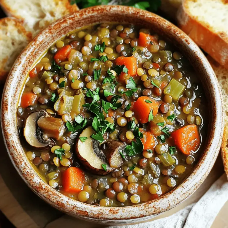 - 1 Tasse grüne oder braune Linsen - 250 g Champignons (oder Cremini) - 2 Esslöffel Olivenöl - 2 mittelgroße Karotten - 3 Knoblauchzehen - 1 Liter Gemüsebrühe - 1 Teelöffel geräuchertes Paprikapulver - 1 Lorbeerblatt Die Zutaten für den herzhaften veganen Linsen-Pilz-Eintopf sind einfach und nahrhaft. Linsen sind eine hervorragende Quelle für pflanzliches Protein. Sie sind billig und haben wenig Fett. Sie halten dich auch lange satt. Champignons bringen einen tollen Geschmack und eine schöne Textur ins Gericht. Sie sind auch reich an Vitaminen und Mineralien. Die Karotten und der Knoblauch fügen Süße und Würze hinzu. Olivenöl sorgt für gesunde Fette. Die Gemüsebrühe ist die Basis für den Eintopf. Sie gibt dem Gericht mehr Geschmack. Geräuchertes Paprikapulver verleiht eine rauchige Note. Das Lorbeerblatt rundet das Aroma ab. Wenn du die vollständige Rezeptanleitung suchst, schau dir das [Full Recipe] an. Zuerst schneidest du das Gemüse. Nimm eine Zwiebel, zwei Karotten und zwei Selleriestangen. Würfle sie in kleine Stücke. Dann schnapp dir die Champignons und schneide sie in Scheiben. Jetzt kommen die Linsen. Wasche eine Tasse Linsen gründlich. Lass sie dann abtropfen. So bereitet alles gut auf die Kochphase vor. Beginne mit dem Anbraten. Erhitze zwei Esslöffel Olivenöl in einem großen Topf. Füge die gewürfelte Zwiebel hinzu. Brate sie etwa fünf Minuten lang, bis sie weich ist. Dann kommt der gehackte Knoblauch dazu. Brate ihn für eine weitere Minute. Jetzt gibst du das Gemüse in den Topf. Füge die Karotten, den Sellerie und die Champignons hinzu. Rühre alles gut um und brate es für fünf Minuten. Nach dem Anbraten ist es Zeit, die Linsen und die restlichen Zutaten hinzuzufügen. Gib die gewaschenen Linsen, die gewürfelten Tomaten und einen Liter Gemüsebrühe in den Topf. Rühre alles gut um. Lass die Mischung kochen. Sobald es kocht, senke die Hitze und decke den Topf ab. Lasse den Eintopf 30 bis 35 Minuten köcheln. Rühre ab und zu um, damit nichts anbrennt. Nach dem Kochen nimm das Lorbeerblatt heraus. Rühre dann zwei Tassen frischen Spinat ein. Lass ihn für fünf Minuten garen, bis er verwelkt. Würze den Eintopf mit Salz und Pfeffer. Serviere ihn heiß und garniere ihn mit frisch gehackter Petersilie. Für das gesamte Rezept kannst du [Full Recipe] nutzen. - Linsen al dente kochen: Kochen Sie die Linsen, bis sie weich, aber noch bissfest sind. Das gibt dem Eintopf eine schöne Textur. - Anbrennen vermeiden: Rühren Sie regelmäßig um, besonders wenn Sie die Linsen hinzufügen. So verhindern Sie, dass der Eintopf am Boden anbrennt. - Mit frischen Kräutern verfeinern: Frische Kräuter wie Basilikum oder Thymian bringen den Geschmack nach vorne. Geben Sie sie kurz vor dem Servieren hinzu. - Zusätzliche Gewürze ausprobieren: Experimentieren Sie mit Gewürzen wie Kreuzkümmel oder Kurkuma. Diese werden dem Gericht eine neue Tiefe verleihen. - Servieren in rustikalen Schalen: Das Auge isst mit! Rustikale Schalen geben dem Eintopf ein gemütliches Flair. - Mit frischem Brot kombinieren: Ein Stück knuspriges Brot passt perfekt zu diesem Eintopf. Es macht das Essen noch herzlicher und sättigender. Für das vollständige Rezept schauen Sie sich bitte den Abschnitt „Full Recipe“ an. {{image_4}} Um den Nährwert zu erhöhen, kannst du andere Hülsenfrüchte hinzufügen. Kichererbsen oder schwarze Bohnen passen gut. Diese Variationen bringen mehr Textur und Geschmack in den Eintopf. Eine weitere Option ist, Tempeh oder Tofu zu integrieren. Diese Proteinquellen sind einfach zuzubereiten. Sie können angebraten und dann in den Eintopf gegeben werden. So fügen sie eine herzhaftige Note hinzu und machen das Gericht noch sättigender. Um die Cremigkeit zu steigern, kannst du Kokosmilch verwenden. Diese Zutat bringt einen schönen, süßen Geschmack. Außerdem sorgt sie für eine samtige Textur. Wenn du es schärfer magst, füge Chili hinzu. Du kannst frische, gehackte Chilis verwenden oder Chiliflocken dazugeben. Diese Ergänzungen verleihen dem Eintopf einen aufregenden Kick. Im Herbst kannst du Wurzelgemüse wie Kürbis oder Süßkartoffeln integrieren. Diese Gemüsesorten machen den Eintopf herzhaft und nahrhaft. Im Frühling kannst du frische Erbsen oder Spargel verwenden. Diese leichten Zutaten sorgen für einen frischen, lebendigen Geschmack. Es ist eine tolle Möglichkeit, die Aromen der Saison zu genießen. Für das komplette Rezept, schau dir die [Full Recipe] an. - Lagern Sie den Eintopf im Kühlschrank in einem luftdichten Behälter. - So bleibt er frisch und lecker. - Er hält sich dort bis zu fünf Tage. - Für eine längere Haltbarkeit vakuumverpacken. - Sie können den Eintopf in der Mikrowelle aufwärmen. - Stellen Sie die Leistung auf mittlere Stufe ein. - Alternativ nutzen Sie Herdplatten in einem Topf. - Fügen Sie ein wenig Wasser hinzu, um die Konsistenz zu halten. - Rühren Sie gut um, damit nichts anbrennt. - Der Eintopf ist gut für langfristige Lagerung geeignet. - Lassen Sie ihn vor dem Einfrieren abkühlen. - Teilen Sie ihn in Portionen auf, um ihn leichter zu entnehmen. - Zum Auftauen lassen Sie ihn über Nacht im Kühlschrank. - Alternativ können Sie ihn direkt in der Mikrowelle auftauen. Der Eintopf bleibt im Kühlschrank etwa 4 bis 5 Tage frisch. Stelle sicher, dass du ihn in einem luftdichten Behälter aufbewahrst. So bleibt der Geschmack erhalten und die Zutaten frisch. Ja, du kannst diesen Eintopf gut im Voraus zubereiten. Er schmeckt sogar besser, wenn er einige Stunden oder über Nacht durchziehen kann. Koche ihn einfach und lasse ihn abkühlen, bevor du ihn in den Kühlschrank stellst. Ja, der Eintopf ist glutenfrei. Alle Zutaten, die wir verwenden, wie Linsen, Gemüse und Gewürze, enthalten kein Gluten. Achte darauf, dass die Brühe auch glutenfrei ist, falls du eine gekaufte Variante verwendest. Um den Eintopf würziger zu machen, füge mehr Gewürze hinzu. Du kannst auch frische Kräuter wie Basilikum oder Rosmarin verwenden. Ein Spritzer Zitronensaft am Ende bringt Frische und Geschmack. Zu diesem Eintopf passen viele Beilagen. Probiere knuspriges Brot oder einen frischen Salat. Auch Quinoa oder Reis sind tolle Ergänzungen. Diese Beilagen runden das Gericht ab und machen es noch sättigender. Diese Anleitung zeigt, wie man einen schmackhaften Linseneintopf zubereitet. Wir haben die Hauptzutaten wie Linsen und Champignons sowie die besten Tricks und Variationen behandelt. Denke daran, frische Kräuter für mehr Geschmack zu nutzen und den Eintopf kreativ zu präsentieren. Du kannst ihn im Kühlschrank aufbewahren oder sogar einfrieren. Dieser Eintopf ist einfach anpassbar und perfekt für jede Saison. Probiere verschiedene Gemüse und Gewürze aus. So machst du das Gericht zu deinem eigenen Lieblingsrezept. Viel Spaß beim Kochen!