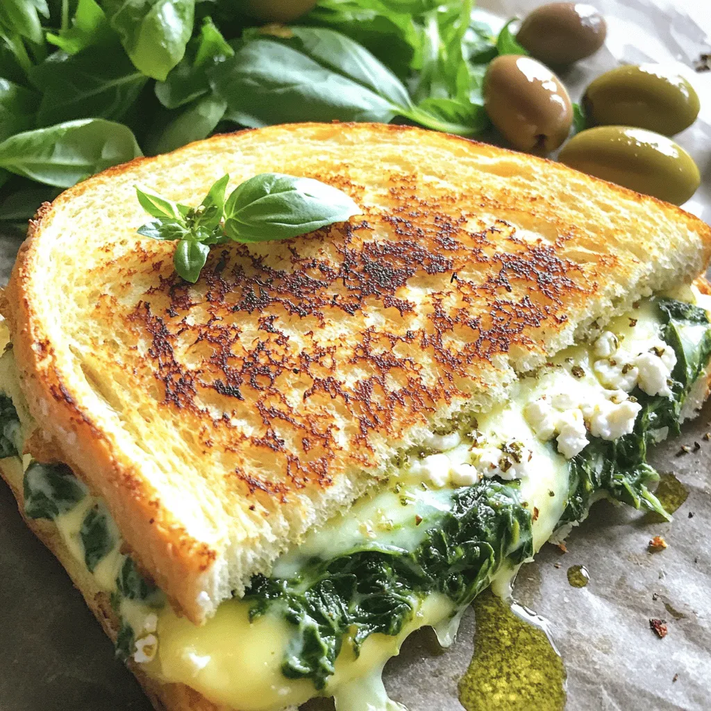 - 4 Scheiben Vollkornbrot - 200 g frischer Spinat - 150 g Feta-Käse - 150 g geriebener Mozzarella-Käse