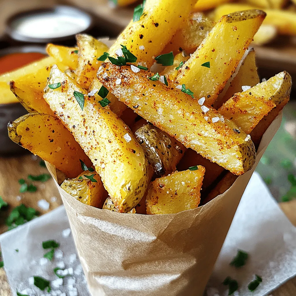 - 4 große Russet-Kartoffeln - 3 Esslöffel Olivenöl - 1 Teelöffel Meersalz - ½ Teelöffel schwarzer Pfeffer - 1 Teelöffel Knoblauchpulver - 1 Teelöffel geräuchertes Paprikapulver - ½ Teelöffel getrockneter Oregano - Frische Petersilie zur Garnitur Um die besten knusprigen Pommes zu machen, wähle die richtigen Zutaten. Die Russet-Kartoffeln sind ideal, da sie viel Stärke haben. Diese Stärke hilft, die Pommes knusprig zu machen. Das Olivenöl sorgt dafür, dass die Gewürze gut haften und die Pommes schön goldbraun werden. Die Gewürze sind wichtig für den Geschmack. Meersalz bringt die Aromen hervor. Der schwarze Pfeffer gibt einen kleinen Kick. Das Knoblauchpulver und das geräucherte Paprikapulver sorgen für eine tolle Tiefe. Der Oregano fügt einen frischen, krautigen Geschmack hinzu. Zum Schluss garniere die Pommes mit frischer Petersilie. Sie sieht nicht nur schön aus, sondern schmeckt auch frisch. Für das vollständige Rezept schau dir die [Full Recipe] an. Es zeigt, wie du diese leckeren Pommes zubereiten kannst. Wasche die Kartoffeln gründlich. Schäle sie dann mit einem scharfen Messer. Schneide die Kartoffeln in gleichmäßige Stäbchen. Achte darauf, dass sie etwa 0,5 cm dick sind. Diese Dicke hilft beim gleichmäßigen Garen. Lege die geschnittenen Kartoffeln in eine große Schüssel mit kaltem Wasser. Lass sie mindestens 30 Minuten einweichen. Dieser Schritt reduziert die Stärke und macht die Pommes knuspriger. Nach dem Einweichen, lass die Kartoffeln gut abtropfen. Trockne sie anschließend mit einem sauberen Küchentuch. Das Trocknen ist wichtig, um überschüssige Feuchtigkeit zu entfernen. Gib die trockenen Kartoffeln in eine große Schüssel. Füge das Olivenöl und die Gewürze hinzu. Mische alles gut, damit jede Pommes gleichmäßig bedeckt ist. Lege die Pommes in einer einzigen Schicht auf ein Backblech mit Backpapier. Überlade das Bleck nicht. Backe die Pommes im vorgeheizten Ofen bei 220°C für 30-35 Minuten. Wende sie nach der Hälfte der Zeit. So werden sie goldbraun und knusprig. Für extra Knusprigkeit, backe sie in den letzten Minuten kurz unter dem Grill. Achte darauf, dass sie nicht anbrennen. Für das vollständige Rezept schau dir die Anleitung an. Warum sind Russet-Kartoffeln die beste Wahl? Diese Kartoffeln haben einen hohen Stärkegehalt. Das macht sie perfekt für knusprige Pommes. Sie sind groß, lang und haben eine raue Schale. Diese Eigenschaften sorgen für das beste Ergebnis. Alternativen zu Russet-Kartoffeln sind Yukon Gold oder rote Kartoffeln. Diese haben einen anderen Geschmack und eine andere Textur. Wenn Sie sie verwenden, werden die Pommes zwar nicht so knusprig, aber sie schmecken trotzdem lecker. Die richtige Ofentemperatur ist entscheidend. Heizen Sie Ihren Ofen auf 220°C vor. Diese hohe Temperatur sorgt für das perfekte Backen. So werden die Pommes außen knusprig und innen weich. Um die Pommes gleichmäßig zu backen, legen Sie sie in einer einzigen Schicht auf das Blech. Wenn Sie die Pommes zu dicht nebeneinander legen, dampfen sie statt zu backen. Wenden Sie sie nach der Hälfte der Backzeit. Das sorgt für eine gleichmäßige Bräunung und Knusprigkeit. {{image_4}} Es gibt viele Wege, um Pommes zu variieren. Eine leckere Option sind Süßkartoffel-Pommes. Diese haben einen süßeren Geschmack und sind eine tolle, nahrhafte Wahl. Einfach die Süßkartoffeln wie normale Kartoffeln schneiden und nach dem gleichen Rezept backen. Sie werden knusprig und köstlich. Eine andere Variante sind gewürzte Pommes. Fügen Sie Chili oder frische Kräuter hinzu. Chili gibt einen scharfen Kick. Kräuter wie Rosmarin oder Thymian bringen frischen Geschmack. Experimentieren Sie mit verschiedenen Gewürzen, um Ihre perfekte Mischung zu finden. Dips und Saucen machen Pommes noch besser. Klassischer Ketchup ist immer beliebt. Knoblauch-Aioli bringt eine cremige Note. Für schärfere Geschmäcker ist scharfe Mayonnaise eine gute Wahl. Kombinieren Sie die Pommes mit anderen Gerichten. Servieren Sie sie neben Burgern oder in Wraps. Sie passen auch gut zu Salaten. Probieren Sie es aus und finden Sie Ihre Lieblingskombinationen. Um die Pommes frisch zu halten, lagere sie im Kühlschrank. Leg die übrig gebliebenen Pommes in einen luftdichten Behälter. So bleiben sie für bis zu drei Tage genießbar. Wenn du die Pommes länger aufbewahren möchtest, friere sie ein. Platziere die Pommes in einem gefrierfesten Beutel. Drücke die Luft heraus, bevor du sie verschließt. So bleiben sie bis zu zwei Monate haltbar. Um die Pommes wieder aufzuwärmen, nutze den Ofen. Heize ihn auf 200°C vor. Lege die Pommes auf ein Backblech. Backe sie für etwa 10 bis 15 Minuten. So werden sie wieder knusprig. Vermeide die Mikrowelle, da sie die Pommes weich macht. Für extra Knusprigkeit kannst du die Pommes mit etwas Olivenöl besprühen, bevor du sie in den Ofen gibst. So bleibt der leckere Geschmack erhalten. Um knusprige Pommes zu machen, sollten Sie Feuchtigkeit reduzieren. Ein guter Trick ist das Einweichen der Kartoffeln in kaltem Wasser. Lassen Sie sie mindestens 30 Minuten einweichen. Dies entfernt überschüssige Stärke. Nach dem Einweichen müssen Sie die Kartoffeln gut abtrocknen. Feuchtigkeit führt dazu, dass die Pommes matschig werden. Ja, Sie können Pommes ohne Öl zubereiten. Statt Olivenöl können Sie auch Gemüsebrühe verwenden. Diese gibt den Pommes Geschmack, ohne dass sie fettig werden. Eine andere Möglichkeit ist, die Kartoffeln einfach zu würzen und auf einem heißen Blech zu backen. So bleiben sie knusprig. Pommes halten sich im Kühlschrank etwa 3 bis 4 Tage. Lagern Sie sie in einem luftdichten Behälter, um die Frische zu bewahren. Die Qualität kann aber mit der Zeit sinken. Wenn Sie die Pommes länger aufbewahren wollen, frieren Sie sie ein. So bleiben sie bis zu 2 Monate haltbar. Wir haben die besten Zutaten für köstliche Pommes erkundet, von den Russet-Kartoffeln bis zu aufregenden Gewürzen. Die Schritt-für-Schritt-Anleitung zeigt, wie Sie perfekte Pommes zubereiten. Denken Sie an Auswahl und Backtechniken für knusprige Ergebnisse. Variationen bieten neue Geschmackserlebnisse, während gute Aufbewahrungshinweise Ihre Pommes frisch halten. Nutzen Sie diese Tipps, um das Beste aus Ihrem Essen herauszuholen und Ihre Gäste zu beeindrucken. Kochen macht Spaß, also genießen Sie jede Zubereitung!