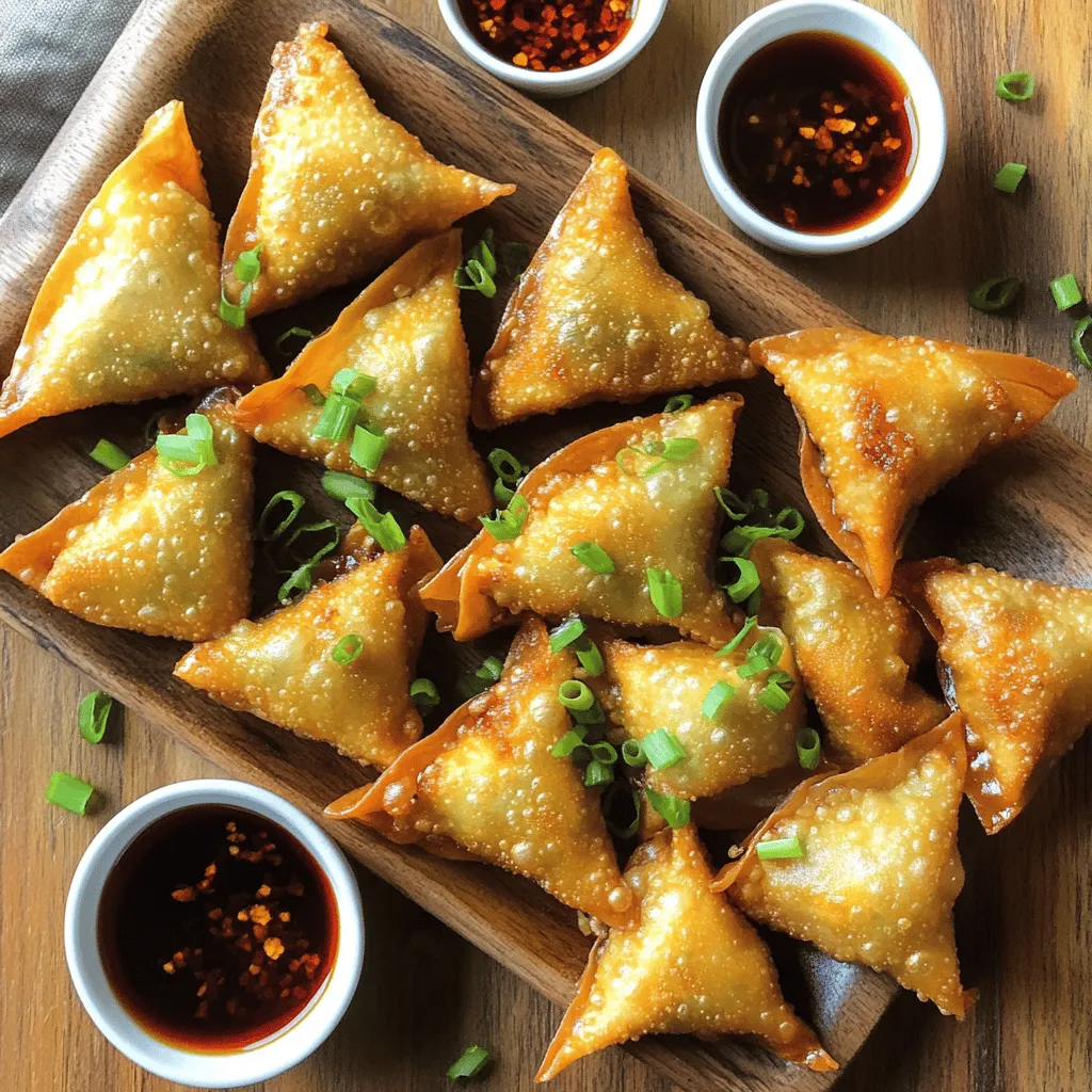 Die Hauptzutaten für die pikanten Schweinefleisch-Wontons sind einfach zu finden. Hier ist, was du brauchst: - 450 g gemahlenes Schweinefleisch - 2 Esslöffel Sojasauce - 1 Esslöffel Sesamöl - 1 Esslöffel frisch geriebener Ingwer - 2 Knoblauchzehen, fein gehackt - 1 Esslöffel Sriracha (nach Geschmack anpassen) - 1/2 Teelöffel rote Pfefferflocken (optional) - 1 Frühlingszwiebel, fein gehackt - Salz und Pfeffer nach Geschmack - Wasser (zum Verschließen der Wontons) Diese Zutaten sorgen für einen tollen Geschmack und eine saftige Füllung. Die Gewürze bringen den Wontons viel Geschmack. Sriracha gibt die Schärfe. Wenn du es schärfer magst, füge mehr hinzu. Die roten Pfefferflocken sind optional, aber sie verstärken das Aroma. Frischer Ingwer und Knoblauch bringen eine angenehme Tiefe. Sojasauce und Sesamöl geben den Wontons eine umami Note. Achte darauf, alles gut zu vermischen, damit die Aromen gleichmäßig verteilt sind. Für die Wontons brauchst du Wonton-Teigblätter. Diese sind in vielen Supermärkten erhältlich. Du kannst auch selbstgemachten Teig verwenden, wenn du das magst. Eine gute Alternative ist Frühlingsrollenteig. Dieser hat eine ähnliche Textur, ist aber etwas dicker. Wenn du eine glutenfreie Option suchst, probiere Reispapier. Es ist eine tolle Wahl und funktioniert gut für Füllungen. Wenn du die Wontons zubereiten möchtest, schau dir das vollständige Rezept für die pikanten Schweinefleisch-Wontons an. Um die Füllung zu machen, nehmen Sie eine große Schüssel. Geben Sie das gemahlene Schweinefleisch hinein. Fügen Sie zwei Esslöffel Sojasauce und einen Esslöffel Sesamöl hinzu. Dann kommen frisch geriebener Ingwer und zwei fein gehackte Knoblauchzehen dazu. Für etwas Schärfe geben Sie einen Esslöffel Sriracha und optional rote Pfefferflocken hinzu. Mischen Sie alles gut. Fügen Sie die fein gehackte Frühlingszwiebel und etwas Salz und Pfeffer nach Geschmack hinzu. Achten Sie darauf, dass die Füllung gut durchmischt ist. Jetzt sind wir bereit, die Wontons zu falten. Bereiten Sie Ihren Arbeitsplatz mit den Wonton-Teigblättern vor. Nehmen Sie ein Teigblatt und legen Sie etwa einen Teelöffel der Füllung in die Mitte. Befeuchten Sie die Ränder mit Wasser. Klappen Sie das Blatt in eine Dreiecksform und drücken Sie die Ränder fest zusammen. Drücken Sie die Luft heraus, damit die Wontons beim Frittieren nicht platzen. Um eine hübschere Form zu erzielen, ziehen Sie die beiden Ecken des Dreiecks zusammen. Befeuchten Sie die Ränder erneut und drücken Sie sie gut zusammen. Wiederholen Sie dies mit allen Teigblättern. Jetzt frittieren wir die Wontons. Erhitzen Sie in einer großen Pfanne Pflanzenöl auf mittelhoher Hitze. Das Öl sollte etwa einen Zoll hoch stehen. Wenn das Öl heiß ist, fügen Sie die Wontons in Chargen hinzu. Achten Sie darauf, dass sie nicht zu nah beieinander liegen. Frittieren Sie die Wontons für 3-4 Minuten auf jeder Seite. Sie sollen goldbraun und knusprig werden. Nehmen Sie sie mit einem Schaumlöffel heraus und legen Sie sie auf einen Teller mit Küchenpapier. So kann das überschüssige Öl abtropfen. Die ideale Temperatur für das Frittieren liegt bei etwa 180 °C. Wenn das Öl zu kalt ist, saugen sich die Wontons mit Öl voll. Wenn es zu heiß ist, verbrennen sie schnell. Verwenden Sie einen Küchenthermometer, um die Temperatur zu prüfen. So stellen Sie sicher, dass Ihre Wontons perfekt knusprig werden! Um die Schärfe deiner Wontons gut zu steuern, mische Sriracha und rote Pfefferflocken. Beginne mit einem Esslöffel Sriracha. Du kannst mehr hinzufügen, wenn du es schärfer magst. Probiere die Füllung, bevor du die Wontons schließt. So findest du die perfekte Balance. Denke daran, dass die Schärfe beim Frittieren etwas milder wird. Das Verschließen der Wontons ist entscheidend. Beginne mit einem Wonton-Teigblatt. Platziere einen Teelöffel Füllung in die Mitte. Befeuchte die Ränder mit Wasser. Klappe das Blatt zu und drücke die Ränder fest zusammen. Um sicherzustellen, dass sie gut verschlossen sind, forme sie in eine Dreiecksform. Drücke die Ecken zusammen für eine bessere Versiegelung. Dies verhindert, dass die Füllung beim Frittieren herausläuft. Der ideale Zeitpunkt zum Frittieren ist wichtig. Erhitze das Pflanzenöl auf mittelhoher Hitze. Um die richtige Temperatur zu prüfen, wirf einen kleinen Teigrest ins Öl. Wenn er sofort hochkommt, ist das Öl bereit. Frittiere die Wontons in kleinen Portionen. So bleiben sie knusprig und goldbraun. Achte darauf, dass das Öl nicht zu heiß wird, damit die Wontons nicht verbrennen. {{image_4}} Wenn du eine vegane Option suchst, kannst du das Schweinefleisch leicht ersetzen. Verwende stattdessen gemischtes Gemüse oder Tofu. Achte darauf, die Gewürze gut anzupassen. Du kannst die gleiche Füllung mit Karotten, Paprika und Pilzen machen. Das ergibt einen frischen und leckeren Geschmack. Achte darauf, die Gemüsemischung gut zu würzen. So bleibt der tolle Geschmack der Wontons erhalten. Die Gewürze machen die Wontons besonders. Du kannst die scharfe Sriracha durch süße Chilisauce ersetzen, wenn du es milder magst. Probiere auch Knoblauchpulver oder geräuchertes Paprikapulver für einen anderen Geschmack. Füge frische Kräuter wie Koriander oder Petersilie hinzu, um einen frischen Kick zu bekommen. Experimentiere mit roten Pfefferflocken, um die Schärfe zu steuern. Diese kleinen Änderungen können große Wirkung haben und deine Wontons einzigartig machen. Die Wontons schmecken am besten heiß und frisch. Serviere sie mit Sojasauce und Chilioel als Dip. Auch ein frischer Salat passt gut dazu. Du kannst die Wontons auch in einer Suppe servieren. Eine klare Brühe mit Gemüse ist eine tolle Idee. Wenn du es fancy magst, garnier die Wontons mit Frühlingszwiebeln oder Sesam. Das macht das Gericht noch ansprechender. Für die volle Erfahrung, probiere die Wontons mit dem Full Recipe aus! Wenn du Wontons übrig hast, bewahre sie in einem luftdichten Behälter auf. So bleiben sie frisch. Du kannst sie im Kühlschrank für bis zu drei Tage lagern. Denke daran, sie vor dem Essen erneut zu erwärmen. Das verhindert, dass sie trocken werden. Um Wontons einzufrieren, lege sie auf ein Backblech in einer einzelnen Schicht. Stelle sicher, dass sie sich nicht berühren. Friere sie für etwa zwei Stunden ein. Danach kannst du die Wontons in einem Gefrierbeutel aufbewahren. Sie bleiben bis zu drei Monate frisch. Wenn du sie später kochen möchtest, tau sie einfach im Kühlschrank auf. Um die Wontons aufzuwärmen, kannst du sie in einer Pfanne oder im Ofen erhitzen. In der Pfanne brauchst du etwas Öl. Frittiere sie für einige Minuten, bis sie heiß sind. Im Ofen lege sie auf ein Backblech bei 180 Grad Celsius. Backe sie für etwa 10-15 Minuten. So werden sie wieder knusprig und lecker. Wontons halten sich im Kühlschrank etwa zwei Tage. Achte darauf, sie gut abzudecken. Das verhindert, dass sie trocken werden. Wenn du sie länger aufbewahren willst, friere sie ein. So bleiben sie bis zu drei Monate frisch. Denke daran, sie gut in einem luftdichten Behälter zu lagern. Du kannst Rinderhack oder Hühnchen verwenden. Auch Tofu ist eine tolle Wahl für Veganer. Wenn du Garnelen magst, probiere das aus. Jede Füllung braucht etwas Gewürz, um gut zu schmecken. Experimentiere mit verschiedenen Kräutern und Gewürzen. Frische Wontons findest du in asiatischen Lebensmittelgeschäften. Oft gibt es sie auch in großen Supermärkten. Achte darauf, dass sie frisch aussehen und gut verpackt sind. Wenn du keine frischen Wontons findest, kaufe gefrorene. Diese sind oft gleich gut für deine Rezepte. - Weitere häufig gestellte Fragen zu Wontons Wenn du mehr über Wontons wissen möchtest, schau dir das Rezept an. Dort findest du viele Tipps, um sie perfekt zuzubereiten. Picante Schweinefleisch-Wontons sind einfach und lecker. Wir haben die Hauptzutaten, die Zubereitung und verschiedene Tipps besprochen. Denke daran, die Füllung gut zu würzen und die Wontons richtig zu verschließen. Du kannst auch kreative Varianten ausprobieren, zum Beispiel vegane Optionen. Reste lassen sich leicht aufbewahren und aufwärmen. Mit diesen Tipps wirst du die perfekten Wontons hinbekommen. Probiere es aus und genieße dein leckeres Gericht!