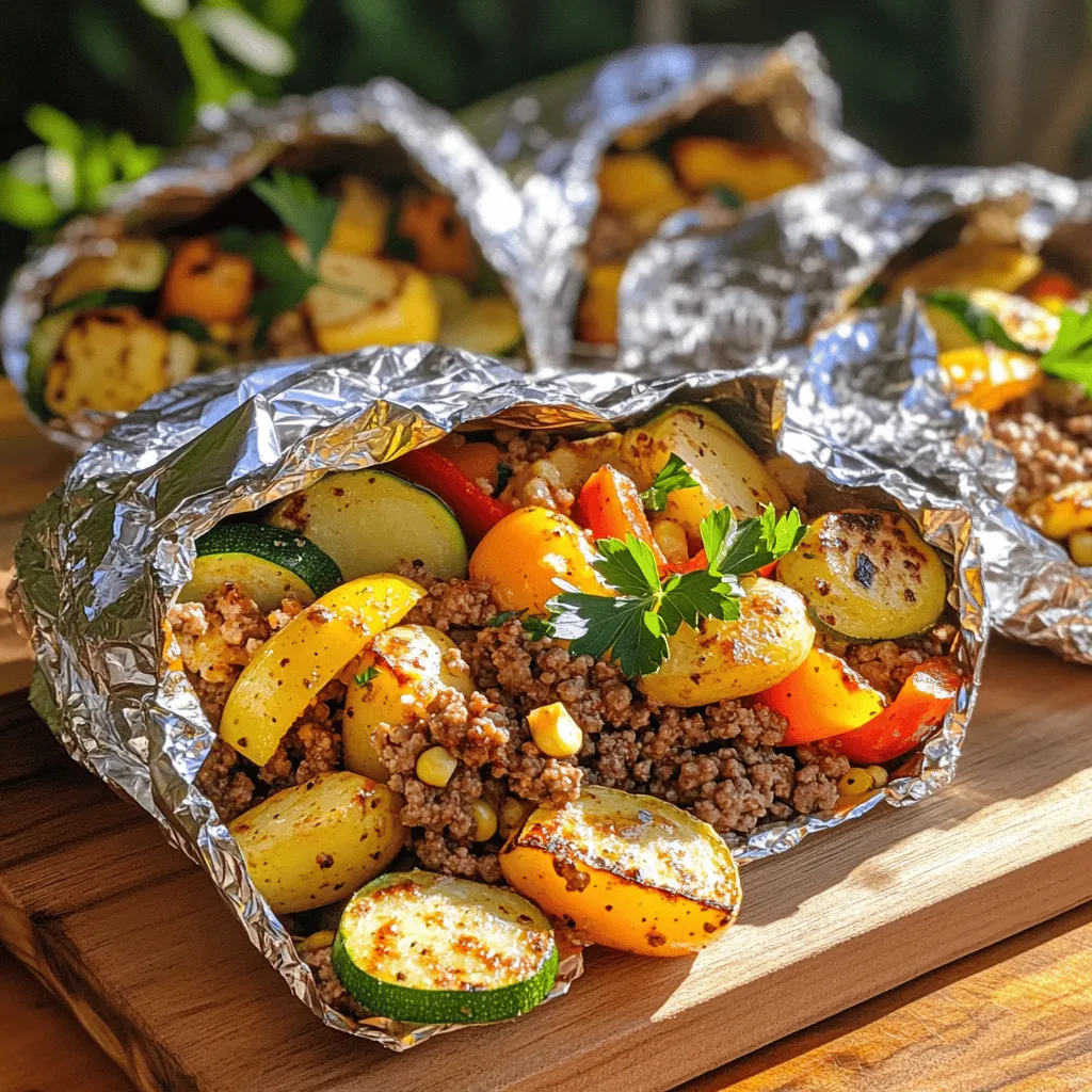 Hobo-Dinner-Pakete sind einfach und lecker. Sie sind perfekt für Grillabende oder Lagerfeuer. Ich liebe es, sie zuzubereiten, weil sie so flexibel sind. Du kannst viele verschiedene Zutaten verwenden.