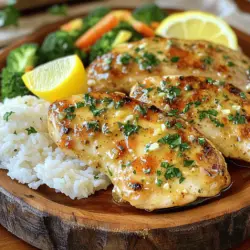 Für unser Knoblauch-Butter-Hühnchen brauchen wir einige einfache, aber wichtige Zutaten. Diese Zutaten machen das Gericht besonders. Hier ist die Liste: - 4 Hähnchenbrustfilets, ohne Haut und Knochen - 1/2 Tasse ungesalzene Butter (1 Stück) - 8 Zehen Knoblauch, fein gehackt Die richtigen Gewürze bringen Geschmack in das Gericht. Diese Gewürze sorgen dafür, dass unser Knoblauch-Butter-Hühnchen lecker wird: - 1 Teelöffel getrockneter Thymian - 1 Teelöffel getrockneter Rosmarin - 1 Teelöffel Paprika - Salz und Pfeffer nach Geschmack Die Sauce macht das Gericht noch besser. Dafür brauchen wir einige zusätzliche Zutaten: - 2 Esslöffel frische Petersilie, gehackt (zum Garnieren) - Saft von 1 Zitrone - 1 Tasse Hühnerbrühe Mit diesen Zutaten zaubern wir ein köstliches Knoblauch-Butter-Hühnchen. Wenn du mehr über die Zubereitung erfahren möchtest, schau dir das [Full Recipe] an! Zuerst tupfe die Hähnchenbrustfilets mit einem Küchentuch trocken. Würze beide Seiten mit Salz, Pfeffer und Paprika. Füge die Hälfte des Thymians und Rosmarins hinzu. Das Hähnchen wird durch diese Gewürze sehr aromatisch. Nimm eine große Pfanne und stelle sie auf mittlere Hitze. Gib die ungesalzene Butter hinein. Lass die Butter schmelzen, bis sie flüssig ist. Füge dann die fein gehackten Knoblauchzehen hinzu. Achte darauf, den Knoblauch nicht zu verbrennen, da er sonst bitter wird. Erhöhe die Hitze auf mittelhoch. Lege die gewürzten Hähnchenbrustfilets in die Pfanne. Brate sie für etwa 5-6 Minuten pro Seite an. Das Hähnchen sollte goldbraun und durchgegart sein. Die Innentemperatur sollte 75°C erreichen. Nimm das Hähnchen aus der Pfanne und lege es auf einen Teller. Gieße nun die Hühnerbrühe und den Zitronensaft in die Pfanne. Kratze mit einem Holzlöffel die braunen Reste vom Boden der Pfanne ab. Füge den restlichen Thymian und Rosmarin hinzu und lass die Mischung 2-3 Minuten köcheln. Leg die Hähnchenbrustfilets wieder in die Pfanne. Löffle die Knoblauch-Buttersauce über das Hähnchen. Lass alles für weitere 2-3 Minuten köcheln, damit sich die Aromen gut vermischen. So wird das Hähnchen noch saftiger. Streue die gehackte frische Petersilie über das Hähnchen. Serviere das Gericht heiß. Du kannst dazu Reis oder gedämpftes Gemüse anbieten. Vergiss nicht, die Sauce aus der Pfanne über das Hähnchen zu träufeln. So wird das Essen ein echter Genuss. Um perfekte Hähnchenbrustfilets zu machen, beginne mit frischen Filets. Tupfe sie gut trocken. Würze sie gleichmäßig mit Salz, Pfeffer und Paprika. Lass das Hähnchen etwas ruhen, damit die Gewürze einziehen. Brate die Filets in einer heißen Pfanne. Achte darauf, sie nicht zu überfüllen. So behält jedes Stück seinen Saft. Die Knoblauch-Butter-Sauce ist vielseitig. Du kannst die Kräuter nach deinem Geschmack ändern. Probiere frischen Thymian oder Basilikum. Für einen scharfen Kick füge rote Pfefferflocken hinzu. Möchtest du es süßer? Ein kleiner Schuss Honig kann Wunder wirken. Experimentiere ruhig mit verschiedenen Zutaten. So kreierst du immer neue Geschmäcker. Beilagen machen das Essen komplett. Reis ist eine einfache Wahl, die gut passt. Gedämpftes Gemüse bringt Farbe und Vitamine auf den Teller. Für etwas Knusprigkeit kannst du Ofenkartoffeln servieren. Auch ein frischer Salat ergänzt das Gericht perfekt. Achte darauf, die Beilagen leicht zu halten, damit sie das Hauptgericht nicht überlagern. Für das vollständige Rezept schau dir die Knoblauch-Butter-Hühnchen-Delikatesse an. {{image_4}} Für die asiatische Variante fügen Sie Sojasauce hinzu. Diese Sauce bringt eine salzige Tiefe. Sie können auch Ingwer und Frühlingszwiebeln benutzen. Diese Zutaten verleihen Ihrem Gericht Frische und Geschmack. Braten Sie das Hähnchen wie im Grundrezept, aber fügen Sie die Sojasauce während des Kochens hinzu. So wird das Hähnchen zart und voller Geschmack. Die mediterrane Variante verwendet Olivenöl anstelle von Butter. Dies gibt dem Gericht ein frisches Aroma. Fügen Sie auch Zitronensaft und Zitronenschale hinzu. Diese Zutaten bringen Helligkeit und einen schönen Geschmack. Verwenden Sie italienische Kräuter wie Oregano und Basilikum. Diese Kräuter passen gut zu diesem Gericht und machen es noch interessanter. Für die vegetarische Version nehmen Sie Pilze anstelle von Hähnchen. Champignons oder Steinpilze sind ideal. Braten Sie die Pilze in Butter oder Olivenöl an. Fügen Sie dann Knoblauch und Kräuter hinzu. Diese Mischung ist köstlich und sättigend. Servieren Sie es mit Reis oder Nudeln für eine vollwertige Mahlzeit. Für mehr Details und die vollständige Anleitung, schauen Sie sich das [Full Recipe] an. Wenn Sie Knoblauch-Butter-Hühnchen übrig haben, lassen Sie es zuerst abkühlen. Dann legen Sie die Hähnchenstücke in einen luftdichten Behälter. So bleibt das Hähnchen frisch. Sie können es im Kühlschrank bis zu drei Tage aufbewahren. Wenn Sie die Sauce ebenfalls aufbewahren möchten, fügen Sie diese dem Hähnchen hinzu. Das macht das Aufwärmen einfacher. Wenn Sie das Hähnchen länger aufbewahren möchten, können Sie es einfrieren. Wickeln Sie die Hähnchenstücke gut in Frischhaltefolie ein. Sie können auch einen Gefrierbeutel verwenden. Achten Sie darauf, so viel Luft wie möglich zu entfernen. So bleibt das Hähnchen bis zu drei Monate frisch. Wenn Sie es essen möchten, lassen Sie es im Kühlschrank auftauen. Um das Hähnchen wieder aufzuwärmen, verwenden Sie eine Pfanne oder den Ofen. In einer Pfanne erhitzen Sie das Hähnchen bei mittlerer Hitze. Fügen Sie etwas Wasser oder Brühe hinzu, damit es nicht austrocknet. Wenn Sie den Ofen verwenden, heizen Sie ihn auf 180 Grad Celsius vor. Legen Sie das Hähnchen in eine Auflaufform und decken Sie es mit Folie ab. So bleibt es saftig. Auf diese Weise genießen Sie Ihr Knoblauch-Butter-Hühnchen wie frisch zubereitet. Für das vollständige Rezept schauen Sie sich die [Full Recipe] an. Knoblauch-Butter-Hühnchen bleibt im Kühlschrank etwa 3 bis 4 Tage frisch. Achte darauf, es in einem luftdichten Behälter zu lagern. So bleibt das Hähnchen saftig und lecker. Wenn du es länger aufbewahren willst, friere es ein. Es kann bis zu 3 Monate im Gefrierfach bleiben. Ja, frischer Knoblauch ist eine tolle Wahl! Er hat einen intensiveren Geschmack. Verwende 1 Zehe frischen Knoblauch für etwa 1/2 Teelöffel gehackten Knoblauch. Du kannst ihn in die Pfanne geben, wenn die Butter schmilzt. Achte darauf, ihn nicht zu verbrennen, denn er wird schnell bitter. Es gibt viele leckere Beilagen, die zu Knoblauch-Butter-Hühnchen passen. Hier sind einige Vorschläge: - Reis, der die Sauce gut aufnimmt - Gedämpftes Gemüse wie Brokkoli oder Karotten - Kartoffelpüree für eine cremige Textur - Ein frischer Salat für mehr Farbe und Crunch Ja, du kannst das Rezept auch ohne Butter machen. Eine gute Alternative ist Olivenöl oder Kokosöl. Diese Öle bringen ebenfalls Geschmack. Beachte, dass die Textur leicht anders sein wird, aber das Gericht bleibt köstlich. Du kannst auch pflanzliche Margarine verwenden, wenn du eine milchfreie Option suchst. Knoblauch-Butter-Hühnchen ist ein einfaches und leckeres Gericht. Wir haben die wichtigsten Zutaten und die Schritt-für-Schritt-Anleitung behandelt. Tipps helfen dir, das Hähnchen perfekt zu kochen. Variationen bieten neue Geschmäcker, die du ausprobieren kannst. Zum Schluss hast du erfahren, wie du Reste lagerst und aufwärmst. Lass die verschiedenen Varianten dein Kocherlebnis bereichern. So bleibst du kreativ in der Küche und beeindruckst deine Gäste!