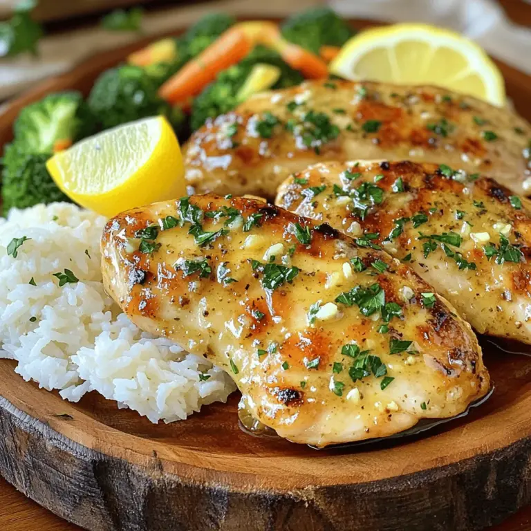 Für unser Knoblauch-Butter-Hühnchen brauchen wir einige einfache, aber wichtige Zutaten. Diese Zutaten machen das Gericht besonders. Hier ist die Liste: - 4 Hähnchenbrustfilets, ohne Haut und Knochen - 1/2 Tasse ungesalzene Butter (1 Stück) - 8 Zehen Knoblauch, fein gehackt Die richtigen Gewürze bringen Geschmack in das Gericht. Diese Gewürze sorgen dafür, dass unser Knoblauch-Butter-Hühnchen lecker wird: - 1 Teelöffel getrockneter Thymian - 1 Teelöffel getrockneter Rosmarin - 1 Teelöffel Paprika - Salz und Pfeffer nach Geschmack Die Sauce macht das Gericht noch besser. Dafür brauchen wir einige zusätzliche Zutaten: - 2 Esslöffel frische Petersilie, gehackt (zum Garnieren) - Saft von 1 Zitrone - 1 Tasse Hühnerbrühe Mit diesen Zutaten zaubern wir ein köstliches Knoblauch-Butter-Hühnchen. Wenn du mehr über die Zubereitung erfahren möchtest, schau dir das [Full Recipe] an! Zuerst tupfe die Hähnchenbrustfilets mit einem Küchentuch trocken. Würze beide Seiten mit Salz, Pfeffer und Paprika. Füge die Hälfte des Thymians und Rosmarins hinzu. Das Hähnchen wird durch diese Gewürze sehr aromatisch. Nimm eine große Pfanne und stelle sie auf mittlere Hitze. Gib die ungesalzene Butter hinein. Lass die Butter schmelzen, bis sie flüssig ist. Füge dann die fein gehackten Knoblauchzehen hinzu. Achte darauf, den Knoblauch nicht zu verbrennen, da er sonst bitter wird. Erhöhe die Hitze auf mittelhoch. Lege die gewürzten Hähnchenbrustfilets in die Pfanne. Brate sie für etwa 5-6 Minuten pro Seite an. Das Hähnchen sollte goldbraun und durchgegart sein. Die Innentemperatur sollte 75°C erreichen. Nimm das Hähnchen aus der Pfanne und lege es auf einen Teller. Gieße nun die Hühnerbrühe und den Zitronensaft in die Pfanne. Kratze mit einem Holzlöffel die braunen Reste vom Boden der Pfanne ab. Füge den restlichen Thymian und Rosmarin hinzu und lass die Mischung 2-3 Minuten köcheln. Leg die Hähnchenbrustfilets wieder in die Pfanne. Löffle die Knoblauch-Buttersauce über das Hähnchen. Lass alles für weitere 2-3 Minuten köcheln, damit sich die Aromen gut vermischen. So wird das Hähnchen noch saftiger. Streue die gehackte frische Petersilie über das Hähnchen. Serviere das Gericht heiß. Du kannst dazu Reis oder gedämpftes Gemüse anbieten. Vergiss nicht, die Sauce aus der Pfanne über das Hähnchen zu träufeln. So wird das Essen ein echter Genuss. Um perfekte Hähnchenbrustfilets zu machen, beginne mit frischen Filets. Tupfe sie gut trocken. Würze sie gleichmäßig mit Salz, Pfeffer und Paprika. Lass das Hähnchen etwas ruhen, damit die Gewürze einziehen. Brate die Filets in einer heißen Pfanne. Achte darauf, sie nicht zu überfüllen. So behält jedes Stück seinen Saft. Die Knoblauch-Butter-Sauce ist vielseitig. Du kannst die Kräuter nach deinem Geschmack ändern. Probiere frischen Thymian oder Basilikum. Für einen scharfen Kick füge rote Pfefferflocken hinzu. Möchtest du es süßer? Ein kleiner Schuss Honig kann Wunder wirken. Experimentiere ruhig mit verschiedenen Zutaten. So kreierst du immer neue Geschmäcker. Beilagen machen das Essen komplett. Reis ist eine einfache Wahl, die gut passt. Gedämpftes Gemüse bringt Farbe und Vitamine auf den Teller. Für etwas Knusprigkeit kannst du Ofenkartoffeln servieren. Auch ein frischer Salat ergänzt das Gericht perfekt. Achte darauf, die Beilagen leicht zu halten, damit sie das Hauptgericht nicht überlagern. Für das vollständige Rezept schau dir die Knoblauch-Butter-Hühnchen-Delikatesse an. {{image_4}} Für die asiatische Variante fügen Sie Sojasauce hinzu. Diese Sauce bringt eine salzige Tiefe. Sie können auch Ingwer und Frühlingszwiebeln benutzen. Diese Zutaten verleihen Ihrem Gericht Frische und Geschmack. Braten Sie das Hähnchen wie im Grundrezept, aber fügen Sie die Sojasauce während des Kochens hinzu. So wird das Hähnchen zart und voller Geschmack. Die mediterrane Variante verwendet Olivenöl anstelle von Butter. Dies gibt dem Gericht ein frisches Aroma. Fügen Sie auch Zitronensaft und Zitronenschale hinzu. Diese Zutaten bringen Helligkeit und einen schönen Geschmack. Verwenden Sie italienische Kräuter wie Oregano und Basilikum. Diese Kräuter passen gut zu diesem Gericht und machen es noch interessanter. Für die vegetarische Version nehmen Sie Pilze anstelle von Hähnchen. Champignons oder Steinpilze sind ideal. Braten Sie die Pilze in Butter oder Olivenöl an. Fügen Sie dann Knoblauch und Kräuter hinzu. Diese Mischung ist köstlich und sättigend. Servieren Sie es mit Reis oder Nudeln für eine vollwertige Mahlzeit. Für mehr Details und die vollständige Anleitung, schauen Sie sich das [Full Recipe] an. Wenn Sie Knoblauch-Butter-Hühnchen übrig haben, lassen Sie es zuerst abkühlen. Dann legen Sie die Hähnchenstücke in einen luftdichten Behälter. So bleibt das Hähnchen frisch. Sie können es im Kühlschrank bis zu drei Tage aufbewahren. Wenn Sie die Sauce ebenfalls aufbewahren möchten, fügen Sie diese dem Hähnchen hinzu. Das macht das Aufwärmen einfacher. Wenn Sie das Hähnchen länger aufbewahren möchten, können Sie es einfrieren. Wickeln Sie die Hähnchenstücke gut in Frischhaltefolie ein. Sie können auch einen Gefrierbeutel verwenden. Achten Sie darauf, so viel Luft wie möglich zu entfernen. So bleibt das Hähnchen bis zu drei Monate frisch. Wenn Sie es essen möchten, lassen Sie es im Kühlschrank auftauen. Um das Hähnchen wieder aufzuwärmen, verwenden Sie eine Pfanne oder den Ofen. In einer Pfanne erhitzen Sie das Hähnchen bei mittlerer Hitze. Fügen Sie etwas Wasser oder Brühe hinzu, damit es nicht austrocknet. Wenn Sie den Ofen verwenden, heizen Sie ihn auf 180 Grad Celsius vor. Legen Sie das Hähnchen in eine Auflaufform und decken Sie es mit Folie ab. So bleibt es saftig. Auf diese Weise genießen Sie Ihr Knoblauch-Butter-Hühnchen wie frisch zubereitet. Für das vollständige Rezept schauen Sie sich die [Full Recipe] an. Knoblauch-Butter-Hühnchen bleibt im Kühlschrank etwa 3 bis 4 Tage frisch. Achte darauf, es in einem luftdichten Behälter zu lagern. So bleibt das Hähnchen saftig und lecker. Wenn du es länger aufbewahren willst, friere es ein. Es kann bis zu 3 Monate im Gefrierfach bleiben. Ja, frischer Knoblauch ist eine tolle Wahl! Er hat einen intensiveren Geschmack. Verwende 1 Zehe frischen Knoblauch für etwa 1/2 Teelöffel gehackten Knoblauch. Du kannst ihn in die Pfanne geben, wenn die Butter schmilzt. Achte darauf, ihn nicht zu verbrennen, denn er wird schnell bitter. Es gibt viele leckere Beilagen, die zu Knoblauch-Butter-Hühnchen passen. Hier sind einige Vorschläge: - Reis, der die Sauce gut aufnimmt - Gedämpftes Gemüse wie Brokkoli oder Karotten - Kartoffelpüree für eine cremige Textur - Ein frischer Salat für mehr Farbe und Crunch Ja, du kannst das Rezept auch ohne Butter machen. Eine gute Alternative ist Olivenöl oder Kokosöl. Diese Öle bringen ebenfalls Geschmack. Beachte, dass die Textur leicht anders sein wird, aber das Gericht bleibt köstlich. Du kannst auch pflanzliche Margarine verwenden, wenn du eine milchfreie Option suchst. Knoblauch-Butter-Hühnchen ist ein einfaches und leckeres Gericht. Wir haben die wichtigsten Zutaten und die Schritt-für-Schritt-Anleitung behandelt. Tipps helfen dir, das Hähnchen perfekt zu kochen. Variationen bieten neue Geschmäcker, die du ausprobieren kannst. Zum Schluss hast du erfahren, wie du Reste lagerst und aufwärmst. Lass die verschiedenen Varianten dein Kocherlebnis bereichern. So bleibst du kreativ in der Küche und beeindruckst deine Gäste!
