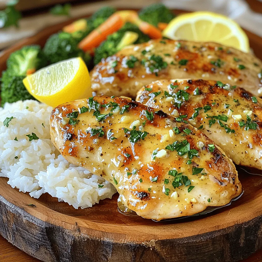 Für unser Knoblauch-Butter-Hühnchen brauchen wir einige einfache, aber wichtige Zutaten. Diese Zutaten machen das Gericht besonders. Hier ist die Liste: - 4 Hähnchenbrustfilets, ohne Haut und Knochen - 1/2 Tasse ungesalzene Butter (1 Stück) - 8 Zehen Knoblauch, fein gehackt Die richtigen Gewürze bringen Geschmack in das Gericht. Diese Gewürze sorgen dafür, dass unser Knoblauch-Butter-Hühnchen lecker wird: - 1 Teelöffel getrockneter Thymian - 1 Teelöffel getrockneter Rosmarin - 1 Teelöffel Paprika - Salz und Pfeffer nach Geschmack Die Sauce macht das Gericht noch besser. Dafür brauchen wir einige zusätzliche Zutaten: - 2 Esslöffel frische Petersilie, gehackt (zum Garnieren) - Saft von 1 Zitrone - 1 Tasse Hühnerbrühe Mit diesen Zutaten zaubern wir ein köstliches Knoblauch-Butter-Hühnchen. Wenn du mehr über die Zubereitung erfahren möchtest, schau dir das [Full Recipe] an! Zuerst tupfe die Hähnchenbrustfilets mit einem Küchentuch trocken. Würze beide Seiten mit Salz, Pfeffer und Paprika. Füge die Hälfte des Thymians und Rosmarins hinzu. Das Hähnchen wird durch diese Gewürze sehr aromatisch. Nimm eine große Pfanne und stelle sie auf mittlere Hitze. Gib die ungesalzene Butter hinein. Lass die Butter schmelzen, bis sie flüssig ist. Füge dann die fein gehackten Knoblauchzehen hinzu. Achte darauf, den Knoblauch nicht zu verbrennen, da er sonst bitter wird. Erhöhe die Hitze auf mittelhoch. Lege die gewürzten Hähnchenbrustfilets in die Pfanne. Brate sie für etwa 5-6 Minuten pro Seite an. Das Hähnchen sollte goldbraun und durchgegart sein. Die Innentemperatur sollte 75°C erreichen. Nimm das Hähnchen aus der Pfanne und lege es auf einen Teller. Gieße nun die Hühnerbrühe und den Zitronensaft in die Pfanne. Kratze mit einem Holzlöffel die braunen Reste vom Boden der Pfanne ab. Füge den restlichen Thymian und Rosmarin hinzu und lass die Mischung 2-3 Minuten köcheln. Leg die Hähnchenbrustfilets wieder in die Pfanne. Löffle die Knoblauch-Buttersauce über das Hähnchen. Lass alles für weitere 2-3 Minuten köcheln, damit sich die Aromen gut vermischen. So wird das Hähnchen noch saftiger. Streue die gehackte frische Petersilie über das Hähnchen. Serviere das Gericht heiß. Du kannst dazu Reis oder gedämpftes Gemüse anbieten. Vergiss nicht, die Sauce aus der Pfanne über das Hähnchen zu träufeln. So wird das Essen ein echter Genuss. Um perfekte Hähnchenbrustfilets zu machen, beginne mit frischen Filets. Tupfe sie gut trocken. Würze sie gleichmäßig mit Salz, Pfeffer und Paprika. Lass das Hähnchen etwas ruhen, damit die Gewürze einziehen. Brate die Filets in einer heißen Pfanne. Achte darauf, sie nicht zu überfüllen. So behält jedes Stück seinen Saft. Die Knoblauch-Butter-Sauce ist vielseitig. Du kannst die Kräuter nach deinem Geschmack ändern. Probiere frischen Thymian oder Basilikum. Für einen scharfen Kick füge rote Pfefferflocken hinzu. Möchtest du es süßer? Ein kleiner Schuss Honig kann Wunder wirken. Experimentiere ruhig mit verschiedenen Zutaten. So kreierst du immer neue Geschmäcker. Beilagen machen das Essen komplett. Reis ist eine einfache Wahl, die gut passt. Gedämpftes Gemüse bringt Farbe und Vitamine auf den Teller. Für etwas Knusprigkeit kannst du Ofenkartoffeln servieren. Auch ein frischer Salat ergänzt das Gericht perfekt. Achte darauf, die Beilagen leicht zu halten, damit sie das Hauptgericht nicht überlagern. Für das vollständige Rezept schau dir die Knoblauch-Butter-Hühnchen-Delikatesse an. {{image_4}} Für die asiatische Variante fügen Sie Sojasauce hinzu. Diese Sauce bringt eine salzige Tiefe. Sie können auch Ingwer und Frühlingszwiebeln benutzen. Diese Zutaten verleihen Ihrem Gericht Frische und Geschmack. Braten Sie das Hähnchen wie im Grundrezept, aber fügen Sie die Sojasauce während des Kochens hinzu. So wird das Hähnchen zart und voller Geschmack. Die mediterrane Variante verwendet Olivenöl anstelle von Butter. Dies gibt dem Gericht ein frisches Aroma. Fügen Sie auch Zitronensaft und Zitronenschale hinzu. Diese Zutaten bringen Helligkeit und einen schönen Geschmack. Verwenden Sie italienische Kräuter wie Oregano und Basilikum. Diese Kräuter passen gut zu diesem Gericht und machen es noch interessanter. Für die vegetarische Version nehmen Sie Pilze anstelle von Hähnchen. Champignons oder Steinpilze sind ideal. Braten Sie die Pilze in Butter oder Olivenöl an. Fügen Sie dann Knoblauch und Kräuter hinzu. Diese Mischung ist köstlich und sättigend. Servieren Sie es mit Reis oder Nudeln für eine vollwertige Mahlzeit. Für mehr Details und die vollständige Anleitung, schauen Sie sich das [Full Recipe] an. Wenn Sie Knoblauch-Butter-Hühnchen übrig haben, lassen Sie es zuerst abkühlen. Dann legen Sie die Hähnchenstücke in einen luftdichten Behälter. So bleibt das Hähnchen frisch. Sie können es im Kühlschrank bis zu drei Tage aufbewahren. Wenn Sie die Sauce ebenfalls aufbewahren möchten, fügen Sie diese dem Hähnchen hinzu. Das macht das Aufwärmen einfacher. Wenn Sie das Hähnchen länger aufbewahren möchten, können Sie es einfrieren. Wickeln Sie die Hähnchenstücke gut in Frischhaltefolie ein. Sie können auch einen Gefrierbeutel verwenden. Achten Sie darauf, so viel Luft wie möglich zu entfernen. So bleibt das Hähnchen bis zu drei Monate frisch. Wenn Sie es essen möchten, lassen Sie es im Kühlschrank auftauen. Um das Hähnchen wieder aufzuwärmen, verwenden Sie eine Pfanne oder den Ofen. In einer Pfanne erhitzen Sie das Hähnchen bei mittlerer Hitze. Fügen Sie etwas Wasser oder Brühe hinzu, damit es nicht austrocknet. Wenn Sie den Ofen verwenden, heizen Sie ihn auf 180 Grad Celsius vor. Legen Sie das Hähnchen in eine Auflaufform und decken Sie es mit Folie ab. So bleibt es saftig. Auf diese Weise genießen Sie Ihr Knoblauch-Butter-Hühnchen wie frisch zubereitet. Für das vollständige Rezept schauen Sie sich die [Full Recipe] an. Knoblauch-Butter-Hühnchen bleibt im Kühlschrank etwa 3 bis 4 Tage frisch. Achte darauf, es in einem luftdichten Behälter zu lagern. So bleibt das Hähnchen saftig und lecker. Wenn du es länger aufbewahren willst, friere es ein. Es kann bis zu 3 Monate im Gefrierfach bleiben. Ja, frischer Knoblauch ist eine tolle Wahl! Er hat einen intensiveren Geschmack. Verwende 1 Zehe frischen Knoblauch für etwa 1/2 Teelöffel gehackten Knoblauch. Du kannst ihn in die Pfanne geben, wenn die Butter schmilzt. Achte darauf, ihn nicht zu verbrennen, denn er wird schnell bitter. Es gibt viele leckere Beilagen, die zu Knoblauch-Butter-Hühnchen passen. Hier sind einige Vorschläge: - Reis, der die Sauce gut aufnimmt - Gedämpftes Gemüse wie Brokkoli oder Karotten - Kartoffelpüree für eine cremige Textur - Ein frischer Salat für mehr Farbe und Crunch Ja, du kannst das Rezept auch ohne Butter machen. Eine gute Alternative ist Olivenöl oder Kokosöl. Diese Öle bringen ebenfalls Geschmack. Beachte, dass die Textur leicht anders sein wird, aber das Gericht bleibt köstlich. Du kannst auch pflanzliche Margarine verwenden, wenn du eine milchfreie Option suchst. Knoblauch-Butter-Hühnchen ist ein einfaches und leckeres Gericht. Wir haben die wichtigsten Zutaten und die Schritt-für-Schritt-Anleitung behandelt. Tipps helfen dir, das Hähnchen perfekt zu kochen. Variationen bieten neue Geschmäcker, die du ausprobieren kannst. Zum Schluss hast du erfahren, wie du Reste lagerst und aufwärmst. Lass die verschiedenen Varianten dein Kocherlebnis bereichern. So bleibst du kreativ in der Küche und beeindruckst deine Gäste!
