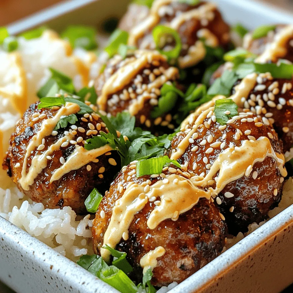 Für die köstlichen Korean BBQ Fleischbällchen brauchst du einige einfache, aber wichtige Zutaten. Hier ist die Liste: - 450 g Rinderhackfleisch (oder Putenhackfleisch) - 30 g Panko-Brösel - 30 g Frühlingszwiebeln, fein gehackt - 2 Esslöffel Sojasauce - 1 Esslöffel Sesamöl - 1 Esslöffel Knoblauch, fein gehackt - 1 Esslöffel Ingwer, gerieben - 1 Esslöffel brauner Zucker - 1 Teelöffel schwarzer Pfeffer - 1 Ei, leicht geschlagen - 1 Esslöffel Sesamsamen (zum Garnieren) Diese Zutaten bringen die Aromen Koreas direkt in deine Küche. Rinderhackfleisch gibt viel Geschmack. Panko-Brösel sorgen für die perfekte Konsistenz. Die würzige Mayo ist ein wichtiger Teil dieses Gerichts. Sie bringt eine angenehme Schärfe. Hier sind die Zutaten: - 120 g Mayonnaise - 1 Esslöffel Sriracha (nach Geschmack anpassen) - 1 Teelöffel Limettensaft - 1 Teelöffel Sesamöl - Eine Prise Salz Diese Zutaten machen die Mayo cremig und würzig. Du kannst die Sriracha-Menge nach deinem Geschmack anpassen. Gute Zutaten sind der Schlüssel zu leckeren Fleischbällchen. Hier sind einige Tipps: - <strong>Frisches Fleisch:</strong> Wähle frisches Rinderhackfleisch oder Putenhackfleisch. Achte auf die Farbe und den Geruch. – <strong>Panko-Brösel:</strong> Diese Brösel sind leichter als normale Semmelbrösel. Sie geben den Fleischbällchen eine schöne Textur. – <strong>Frühlingszwiebeln:</strong> Nimm junge, frische Frühlingszwiebeln. Sie sind zart und haben einen milden Geschmack. – <strong>Sojasauce:</strong> Verwende eine hochwertige Sojasauce. Sie macht die Fleischbällchen würziger. – <strong>Sriracha:</strong> Probiere verschiedene Marken. Einige sind schärfer als andere. Mit diesen Zutaten und Tipps bereitest du die besten Korean BBQ Fleischbällchen zu. Du kannst das vollständige Rezept [hier] (Full Recipe) nachlesen. Heize deinen Ofen auf 200°C (400°F) vor. Lege ein Backblech mit Backpapier aus. Dies hilft, die Fleischbällchen nicht festzukleben. So bleibt die Reinigung einfach. Ein gut vorbereiteter Ofen macht das Kochen leichter. In einer großen Schüssel vermischst du die folgenden Zutaten: – 450 g Rinderhackfleisch (oder Putenhackfleisch) – 30 g Panko-Brösel – 30 g Frühlingszwiebeln, fein gehackt – 2 Esslöffel Sojasauce – 1 Esslöffel Sesamöl – 1 Esslöffel Knoblauch, fein gehackt – 1 Esslöffel Ingwer, gerieben – 1 Esslöffel brauner Zucker – 1 Teelöffel schwarzer Pfeffer – 1 Ei, leicht geschlagen Mische alles gut, aber knete nicht zu stark. Das macht die Fleischbällchen zart und saftig. Du willst eine gleichmäßige Mischung, die gut zusammenhält. Jetzt geht es ans Formen. Nimm etwa 2,5 cm große Portionen aus der Mischung. Rolle sie zu Bällchen in deinen Händen. Lege die Bällchen auf das Backblech. Achte darauf, genügend Platz zwischen den Bällchen zu lassen. Backe die Fleischbällchen im Ofen für etwa 20-25 Minuten. Sie sollten durchgegart und leicht gebräunt sein. Wenn du die Zeit gut im Blick hast, gelingt dir das perfekte Ergebnis. Die würzige Mayo kannst du während des Backens zubereiten. So hast du alles bereit, wenn die Fleischbällchen fertig sind. Für das vollständige Rezept schaue dir die [Full Recipe] an. Um die besten Korean BBQ Fleischbällchen zu machen, achte auf die folgenden Punkte: – <strong>Nicht zu stark mischen</strong>: Mische die Zutaten nur sanft. Zu viel Kneten macht die Bällchen hart. – <strong>Die richtige Größe</strong>: Forme die Bällchen gleichmäßig. Etwa 2,5 cm Durchmesser ist ideal. – <strong>Abstand lassen</strong>: Platziere die Bällchen mit genügend Abstand auf dem Blech. So garen sie gleichmäßig. Wenn du diese Tipps beachtest, wird dein Gericht saftig und lecker. Die würzige Mayo ist ein echter Star! Hier sind einige Tipps: – <strong>Sriracha nach Geschmack</strong>: Füge mehr oder weniger Sriracha hinzu. So passt du die Schärfe an deinen Geschmack an. – <strong>Frische Zutaten</strong>: Verwende frischen Limettensaft. Das bringt einen tollen Geschmack. – <strong>Kombinieren mit anderen Aromen</strong>: Experimentiere mit Soja- oder Fischsauce. Das verleiht der Mayo eine neue Dimension. Diese Tricks machen deine Mayo zu einem Hit. Die Präsentation ist wichtig! So richtest du die Fleischbällchen an: – <strong>Flache Schale</strong>: Serviere die Bällchen in einer flachen Schale. Das sieht elegant aus. – <strong>Würzige Mayo hinzufügen</strong>: Beträufle die Bällchen mit der würzigen Mayo. Das gibt einen schönen Kontrast. – <strong>Garnierung</strong>: Streue Sesamsamen und gehackte Frühlingszwiebeln darüber. Das macht das Gericht bunt und einladend. Für ein tolles Erlebnis serviere die Bällchen mit gedämpftem Reis oder frischen Salatblättern. Diese Beilagen runden das Gericht ab. {{image_4}} Wenn du eine vegetarische Option magst, probiere Soja- oder Linsenhack. Sie bieten einen tollen Geschmack und eine ähnliche Textur. Du kannst auch Kichererbsen verwenden. Sie geben eine leichte Süße. Achte darauf, die Gewürze gut anzupassen. Die Mayo ist vital für den Geschmack. Du kannst die Sriracha mit anderen Saucen ersetzen. Versuche Kimchi-Sauce für mehr Würze. Für eine milde Variante, nutze Joghurt. Füge frische Kräuter wie Koriander hinzu. Das bringt Frische und macht die Mayo spannender. Serviere die Fleischbällchen mit gedämpftem Reis. Das passt gut zu den Aromen. Auch Salatblätter sind eine tolle Option. Sie machen das Essen leicht und frisch. Für einen extra Crunch, füge gebratene Gemüse dazu. So hast du eine bunte und leckere Platte. Diese Variationen bereichern das Gericht. Du kannst neue Geschmäcker entdecken und anpassen. Für das komplette Rezept, schaue dir die [Full Recipe] an. Um Reste der Korean BBQ Fleischbällchen mit würziger Mayo richtig zu lagern, lassen Sie sie zuerst abkühlen. Legen Sie die Fleischbällchen in einen luftdichten Behälter. Decken Sie den Behälter gut ab, um Feuchtigkeit zu vermeiden. So bleiben die Bällchen frisch und lecker. Sie können die würzige Mayo separat in einem eigenen Behälter aufbewahren. Einfrieren ist eine tolle Option für die Reste. Formen Sie die Fleischbällchen und legen Sie sie auf ein Backblech. Frieren Sie sie für etwa eine Stunde ein, bis sie fest sind. Danach können Sie sie in einen Gefrierbeutel umfüllen. Achten Sie darauf, die Luft herauszudrücken. So bleiben die Fleischbällchen bis zu drei Monate frisch. Um sie später zu verwenden, tauen Sie die Bällchen einfach im Kühlschrank auf. Im Kühlschrank halten die Fleischbällchen etwa drei bis vier Tage. Stellen Sie sicher, dass sie gut verpackt sind. Im Gefrierschrank bleiben sie bis zu drei Monate genießbar. Bei richtiger Lagerung verlieren sie nicht an Geschmack oder Textur. Wenn Sie die Bällchen aufwärmen, machen Sie das im Ofen oder in der Mikrowelle. So bleiben sie saftig und schmackhaft. Du kannst die Korean BBQ Fleischbällchen bis zu drei Tage im Kühlschrank aufbewahren. Lege sie in einen luftdichten Behälter. So bleiben sie frisch und lecker. Wenn du sie länger aufbewahren willst, friere sie ein. So halten sie bis zu drei Monate. Achte darauf, sie gut zu verpacken, damit sie nicht austrocknen. Ja, du kannst die Fleischbällchen auch im Air Fryer zubereiten. Heize den Air Fryer auf 180°C vor. Lege die Bällchen in den Korb, ohne sie zu überladen. Backe sie für etwa 12-15 Minuten. Überprüfe, ob sie gut durchgegart sind. Das Ergebnis wird knusprig und saftig sein. Zu Korean BBQ Fleischbällchen passen viele leckere Beilagen. Hier sind einige Vorschläge: – Gedämpfter Reis – Frischer Salat – Kimchi – Gegrilltes Gemüse – Reisnudeln Diese Beilagen ergänzen die Aromen der Fleischbällchen perfekt. Du kannst auch eine Kombination wählen, um ein tolles Menü zu kreieren. Für mehr Details schau dir das Full Recipe an! Korean BBQ Fleischbällchen sind einfach zuzubereiten und lecker. Wir haben die besten Zutaten und Tipps gesehen. Ich habe erklärt, wie man den Ofen vorbereitet und die Fleischbällchen mischt und formt. Mit ein paar Tricks vermeiden Sie Fehler und leckere Mayo-Variationen machen das Gericht spannend. Denken Sie an die Lagerung der Reste und die Haltbarkeit. Viel Spaß beim Ausprobieren dieser köstlichen Rezeptideen und genießen Sie Ihr eigenes BBQ zu Hause!” /></p>
</p>
<h2>Variationen</h2>
</p>
<h3>Vegetarische Alternativen zu Rinderhackfleisch</h3>
</p>
<p>Wenn du eine vegetarische Option magst, probiere Soja- oder Linsenhack. Sie bieten einen tollen Geschmack und eine ähnliche Textur. Du kannst auch Kichererbsen verwenden. Sie geben eine leichte Süße. Achte darauf, die Gewürze gut anzupassen.</p>
</p>
<h3>Abwandlungen der würzigen Mayo</h3>
</p>
<p>Die Mayo ist vital für den Geschmack. Du kannst die Sriracha mit anderen Saucen ersetzen. Versuche Kimchi-Sauce für mehr Würze. Für eine milde Variante, nutze Joghurt. Füge frische Kräuter wie Koriander hinzu. Das bringt Frische und macht die Mayo spannender.</p>
</p>
<h3>Beliebte Beilagen zu Korean BBQ Fleischbällchen</h3>
</p>
<p>Serviere die Fleischbällchen mit gedämpftem Reis. Das passt gut zu den Aromen. Auch Salatblätter sind eine tolle Option. Sie machen das Essen leicht und frisch. Für einen extra Crunch, füge gebratene Gemüse dazu. So hast du eine bunte und leckere Platte.</p>
</p>
<p>Diese Variationen bereichern das Gericht. Du kannst neue Geschmäcker entdecken und anpassen. Für das komplette Rezept, schaue dir die [Full Recipe] an.</p>
</p>
</p>
<h2>Aufbewahrungsinformationen</h2>
</p>
<h3>So lagert man Reste richtig</h3>
</p>
<p>Um Reste der Korean BBQ Fleischbällchen mit würziger Mayo richtig zu lagern, lassen Sie sie zuerst abkühlen. Legen Sie die Fleischbällchen in einen luftdichten Behälter. Decken Sie den Behälter gut ab, um Feuchtigkeit zu vermeiden. So bleiben die Bällchen frisch und lecker. Sie können die würzige Mayo separat in einem eigenen Behälter aufbewahren.</p>
</p>
<h3>Tipps zum Einfrieren von Fleischbällchen</h3>
</p>
<p>Einfrieren ist eine tolle Option für die Reste. Formen Sie die Fleischbällchen und legen Sie sie auf ein Backblech. Frieren Sie sie für etwa eine Stunde ein, bis sie fest sind. Danach können Sie sie in einen Gefrierbeutel umfüllen. Achten Sie darauf, die Luft herauszudrücken. So bleiben die Fleischbällchen bis zu drei Monate frisch. Um sie später zu verwenden, tauen Sie die Bällchen einfach im Kühlschrank auf.</p>
</p>
<h3>Haltbarkeit im Kühlschrank oder Gefrierschrank</h3>
</p>
<p>Im Kühlschrank halten die Fleischbällchen etwa drei bis vier Tage. Stellen Sie sicher, dass sie gut verpackt sind. Im Gefrierschrank bleiben sie bis zu drei Monate genießbar. Bei richtiger Lagerung verlieren sie nicht an Geschmack oder Textur. Wenn Sie die Bällchen aufwärmen, machen Sie das im Ofen oder in der Mikrowelle. So bleiben sie saftig und schmackhaft.</p>
</p>
<h2>Häufige Fragen (FAQs)</h2>
</p>
<h3>Wie lange kann man die Fleischbällchen aufbewahren?</h3>
<p>Du kannst die Korean BBQ Fleischbällchen bis zu drei Tage im Kühlschrank aufbewahren. Lege sie in einen luftdichten Behälter. So bleiben sie frisch und lecker. Wenn du sie länger aufbewahren willst, friere sie ein. So halten sie bis zu drei Monate. Achte darauf, sie gut zu verpacken, damit sie nicht austrocknen.</p>
</p>
<h3>Kann ich die Fleischbällchen im Air Fryer zubereiten?</h3>
<p>Ja, du kannst die Fleischbällchen auch im Air Fryer zubereiten. Heize den Air Fryer auf 180°C vor. Lege die Bällchen in den Korb, ohne sie zu überladen. Backe sie für etwa 12-15 Minuten. Überprüfe, ob sie gut durchgegart sind. Das Ergebnis wird knusprig und saftig sein.</p>
</p>
<h3>Was sind gute Beilagen zu Korean BBQ Fleischbällchen?</h3>
<p>Zu Korean BBQ Fleischbällchen passen viele leckere Beilagen. Hier sind einige Vorschläge:</p>
<p>– Gedämpfter Reis</p>
<p>– Frischer Salat</p>
<p>– Kimchi</p>
<p>– Gegrilltes Gemüse</p>
<p>– Reisnudeln</p>
</p>
<p>Diese Beilagen ergänzen die Aromen der Fleischbällchen perfekt. Du kannst auch eine Kombination wählen, um ein tolles Menü zu kreieren. Für mehr Details schau dir das Full Recipe an!</p>
</p>
<p>Korean BBQ Fleischbällchen sind einfach zuzubereiten und lecker. Wir haben die besten Zutaten und Tipps gesehen. Ich habe erklärt, wie man den Ofen vorbereitet und die Fleischbällchen mischt und formt.</p>
</p>
<p>Mit ein paar Tricks vermeiden Sie Fehler und leckere Mayo-Variationen machen das Gericht spannend. Denken Sie an die Lagerung der Reste und die Haltbarkeit.</p>
</p>
<p>Viel Spaß beim Ausprobieren dieser köstlichen Rezeptideen und genießen Sie Ihr eigenes BBQ zu Hause!</p>
</div>
