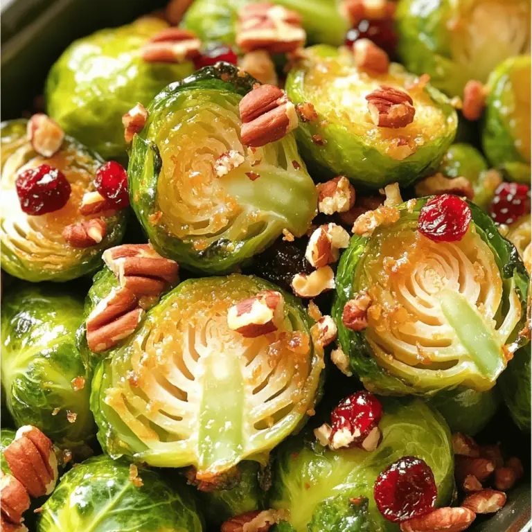 Für dieses köstliche Rezept benötigst du: - 450 g Rosenkohl, geputzt und halbiert - 3 Esslöffel Olivenöl - 60 ml reiner Ahornsirup - 1 Esslöffel Dijon-Senf - 2 Knoblauchzehen, fein gehackt - Salz und Pfeffer nach Geschmack - 30 g Pekannüsse, grob gehackt - 30 g getrocknete Cranberries Wähle frische Rosenkohl. Sie sollten fest und grün sein. Vermeide gelbe oder braune Blätter. Achte darauf, dass sie gleichmäßig groß sind. So garen sie gleichmäßig. Falls möglich, kaufe sie auf dem Wochenmarkt. Frisch geerntete Rosenkohl schmecken am besten. Du kannst auch andere Nüsse verwenden, wie Walnüsse oder Mandeln. Anstelle von Dijon-Senf kannst du auch Honig-Senf nutzen. Für eine vegane Version lasse die Pekannüsse weg. Du kannst auch Walnüsse nehmen oder die Cranberries durch Rosinen ersetzen. Zuerst waschen Sie die Rosenkohl. Entfernen Sie die äußeren Blätter. Schneiden Sie die Enden ab und halbieren Sie sie. So garen sie gleichmäßiger. Dies ist wichtig für den Geschmack und die Textur. Heizen Sie den Ofen auf 220°C vor. Legen Sie die Rosenkohl auf ein Backblech. Stellen Sie sicher, dass sie nicht übereinander liegen. Dadurch rösten sie besser. Nach 20 bis 25 Minuten sollten sie goldbraun und zart sein. Rühren Sie sie nach der Hälfte der Zeit um. So werden sie gleichmäßig gar. Für die Glasur brauchen Sie einen kleinen Topf. Mischen Sie den Ahornsirup, Dijon-Senf und gehackten Knoblauch. Erwärmen Sie alles bei mittlerer Hitze. Rühren Sie sanft, bis es warm wird. Nehmen Sie den Topf vom Herd. Wenn die Rosenkohl fertig sind, gießen Sie die Glasur darüber. Vermengen Sie alles gut. Jetzt sind Ihre Ahornsirup-glasierten Rosenkohl bereit. Sie sind eine tolle Beilage. Für das vollständige Rezept schauen Sie sich [Full Recipe] an. Um den besten Röstaroma zu erreichen, heizen Sie den Ofen gut vor. Eine hohe Temperatur hilft, die Rosenkohl außen knusprig und innen zart zu machen. Nutzen Sie ein Backblech und verteilen Sie die Rosenkohl gleichmäßig. Zu viel Platz lässt sie dampfen, nicht rösten. Ein wenig Öl sorgt dafür, dass die Oberflächen bräunen. Ein häufiger Fehler ist, die Rosenkohl zu überladen. Wenn sie zu nah beieinander liegen, garen sie nicht gleichmäßig. Rühren Sie während des Röstens um, um eine gleichmäßige Bräunung zu gewährleisten. Achten Sie darauf, die Röstdauer nicht zu verlängern. Zu lange im Ofen macht sie matschig. Um den Geschmack zu verbessern, können Sie verschiedene Zutaten hinzufügen. Geben Sie Speckstreifen für einen herzhaften Kick hinzu. Fügen Sie geröstete Mandeln für einen nussigen Geschmack hinzu. Experimentieren Sie mit Gewürzen wie Paprika oder Chili für etwas Schärfe. Für das vollständige Rezept, schauen Sie sich die detaillierte Anleitung an. {{image_4}} Um die Aromen zu verstärken, können Sie verschiedene Zutaten hinzufügen. Zum Beispiel, fügen Sie geräucherten Paprika hinzu. Das gibt einen herzhaften Geschmack. Auch Feta-Käse kann eine tolle Ergänzung sein. Sein salziger und cremiger Geschmack passt gut zu den süßen Rosenkohl. Für eine vegane Version können Sie den Dijon-Senf ohne Honig wählen. Achten Sie darauf, dass der Ahornsirup rein ist. Das macht die Glasur immer noch lecker. Glutenfrei ist das Rezept schon, da keine glutenhaltigen Zutaten verwendet werden. Sie können den Rosenkohl mit anderen Gemüsesorten kombinieren. Karotten oder Süßkartoffeln geben eine schöne Süße. Auch Blumenkohl schmeckt gut dazu. Mischt einfach die verschiedenen Gemüsesorten und passt die Röstdauer an. So bleibt alles zart und lecker. Schauen Sie sich das [Full Recipe] an, um die perfekte Mischung für Ihre Küche zu finden! Um die Ahornsirup-glasierten Rosenkohl frisch zu halten, bewahre sie in einem luftdichten Behälter auf. Stelle sicher, dass sie vollständig abgekühlt sind, bevor du sie verpackst. Diese Methode schützt den Geschmack und die Textur. Du kannst auch ein Stück Frischhaltefolie über den Behälter legen. Das hilft, die Feuchtigkeit zu halten. Rosenkohl schmecken am besten frisch, aber du kannst sie auch wieder aufwärmen. Heize deinen Ofen auf 175°C vor. Lege die Rosenkohl auf ein Backblech und backe sie für etwa 10 Minuten. Alternativ kannst du sie in einer Pfanne bei mittlerer Hitze aufwärmen. Füge ein wenig Wasser hinzu, um das Anbrennen zu verhindern. So bleiben sie saftig und lecker. Im Kühlschrank halten sich die Rosenkohl 3 bis 5 Tage. Achte darauf, sie gut verpackt zu lagern. Im Gefrierschrank bleiben sie bis zu 3 Monate frisch. Um die beste Qualität zu garantieren, friere sie in Portionen ein. So kannst du immer genau die Menge auftauen, die du brauchst. Rosenkohl benötigt etwa 20 bis 25 Minuten im Ofen. Stellen Sie sicher, dass der Ofen auf 220°C vorgeheizt ist. Während des Röstens sollten Sie die Rosenkohl einmal umdrehen. So erhalten Sie eine gleichmäßige Bräunung und einen tollen Geschmack. Wenn sie goldbraun und zart sind, sind sie perfekt. Ja, Sie können die Glasur im Voraus zubereiten. Kombinieren Sie einfach den Ahornsirup, Dijon-Senf und den gehackten Knoblauch in einem kleinen Topf. Wärmen Sie die Mischung leicht auf und lassen Sie sie abkühlen. Bewahren Sie die Glasur dann in einem luftdichten Behälter im Kühlschrank auf. Vor der Verwendung sollten Sie sie auf Raumtemperatur bringen oder kurz erwärmen. Ahornsirup-glasierte Rosenkohl passen hervorragend zu vielen Gerichten. Sie ergänzen gut gebratenes Hähnchen oder Lamm. Auch zu einem herzhaften Quinoa-Salat sind sie eine tolle Ergänzung. Sie können die Rosenkohl auch zu einem festlichen Essen servieren. Ihre Süße harmoniert perfekt mit herzhaften Gerichten. Probieren Sie sie auch mit geröstetem Gemüse oder in einem Sandwich. Zusammenfassend haben wir die besten Zutaten für Ihren Rosenkohl besprochen. Sie sollten frischen Rosenkohl auswählen und Alternativen nutzen. Die Schritt-für-Schritt-Anleitung zeigt, wie Sie ihn zubereiten. Mit Tipps zu Röstaromen und Fehlervermeidung wird Ihr Gericht perfekt. Variationen helfen, den Geschmack zu verbessern. Schließlich sind Aufbewahrung und Haltbarkeit wichtig, um Abfall zu vermeiden. Nutzen Sie diese Tipps, um köstlichen Rosenkohl zu genießen und Ihre Gerichte aufzuwerten. Guten Appetit!
