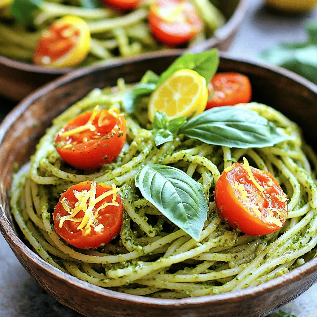 Um Zitronen-Basilikum-Pesto-Pasta zuzubereiten, benötigst du folgende Zutaten: - 2 Tassen frische Basilikumblätter, fest gepackt - 1/4 Tasse Pinienkerne (oder Walnüsse) - 1/2 Tasse frisch geriebener Parmesan - 2 Knoblauchzehen, fein gehackt - 1/2 Tasse natives Olivenöl extra - Abgeriebene Schale und Saft von 1 Zitrone - Salz und Pfeffer nach Geschmack - 340 g Spaghetti oder Pasta deiner Wahl - Kirschtomaten, halbiert (zur Garnitur) - Frische Basilikumblätter (zur Garnitur) Wenn du die Zutaten kaufst, achte auf die Frische. Wähle frische Basilikumblätter ohne Flecken. Die Pinienkerne sollten knackig und ungeröstet sein. Für den Parmesan empfehle ich, frisch geriebenen Käse zu verwenden. Der Geschmack wird dadurch intensiver. Natives Olivenöl extra ist wichtig, da es den besten Geschmack hat. Verwende frische Zitronen für die Schale und den Saft. Falls du Nüsse nicht verträgst, kannst du die Pinienkerne durch Sonnenblumenkerne ersetzen. Für eine vegane Variante wechsle den Parmesan gegen Hefeflocken. Wenn du glutenfrei isst, wähle glutenfreie Pasta. Du kannst auch andere Kräuter wie Petersilie oder Koriander verwenden, wenn du keinen Basilikum magst. Diese Änderungen helfen, das Rezept an deine Diät anzupassen. Um das gesamte Rezept zu sehen, schau dir die [Full Recipe] an. Zuerst nimmst du die frischen Basilikumblätter. Stecke sie in eine Küchenmaschine. Füge die Pinienkerne, den frisch geriebenen Parmesan und den fein gehackten Knoblauch hinzu. Pulsieren, bis alles klein und gut vermischt ist. Jetzt kommt das Olivenöl. Lass die Maschine weiterlaufen und gieße das Öl langsam hinein. So wird das Pesto schön glatt. Kratze die Seiten der Schüssel ab, falls nötig. Füge die abgeriebene Zitronenschale und den Zitronensaft hinzu. Pulsieren, bis alles gut vermischt ist. Jetzt schmecke das Pesto mit Salz und Pfeffer ab. Nimm einen großen Topf und fülle ihn mit Wasser. Füge Salz hinzu und bringe das Wasser zum Kochen. Gib die Spaghetti hinein und koche sie gemäß der Verpackungshinweise al dente. Wenn die Pasta fertig ist, gieße sie ab. Achte darauf, etwa 1/2 Tasse vom Nudelwasser aufzuheben. Dieses Wasser hilft später, die Pasta zu vermischen. In einer großen Schüssel vermischst du die abgetropften Spaghetti mit dem Zitronen-Basilikum-Pesto. Wenn die Mischung zu dick ist, füge einige Esslöffel des reservierten Nudelwassers hinzu. Teile die Pasta auf Schüsseln auf. Garniere jede Portion mit halbierten Kirschtomaten und frischen Basilikumblättern. Für einen extra Kick kannst du einen Spritzer Olivenöl darüber geben. Für mehr Details schaue dir das [Full Recipe] an. Du kannst das Pesto ganz nach deinem Geschmack anpassen. Möchtest du mehr Frische? Füge mehr Zitronensaft hinzu. Magst du es nussiger? Nutze mehr Pinienkerne oder Walnüsse. Um dem Pesto eine scharfe Note zu geben, kannst du auch etwas frische Chili hinzufügen. Experimentiere mit verschiedenen Käsesorten. Pecorino Romano oder Feta können neue Aromen bringen. Für die perfekte Pasta ist es wichtig, genug Wasser zu nutzen. Ein großer Topf hilft, die Pasta gleichmäßig zu garen. Füge ausreichend Salz zum Wasser hinzu, damit die Pasta Geschmack aufnimmt. Achte darauf, die Pasta al dente zu kochen. Das bedeutet, sie hat noch einen leichten Biss. Behalte etwas Nudelwasser zurück, falls die Sauce zu dick wird. Dieses Wasser hilft, die Sauce perfekt zu binden. Serviere die Zitronen-Basilikum-Pesto-Pasta in tiefen Tellern. So bleibt die Pasta schön warm. Du kannst die Pasta mit halbierten Kirschtomaten garnieren. Das bringt Farbe und einen frischen Geschmack. Ein Spritzer Olivenöl vor dem Servieren intensiviert das Aroma. Wenn du magst, füge frische Basilikumblätter oben drauf für einen tollen Look. Diese einfachen Tipps machen dein Gericht noch köstlicher. Schau dir die [Full Recipe] für mehr Inspiration an! {{image_4}} Für eine vegane Version der Zitronen-Basilikum-Pesto-Pasta kannst du den Parmesan ganz einfach weglassen. Stattdessen empfehle ich, Hefeflocken zu verwenden. Diese geben einen tollen umami Geschmack. Du kannst auch Cashewkerne verwenden, um eine cremige Konsistenz zu erzielen. So bleibt der Geschmack frisch und lecker. Um mehr Protein in dein Gericht zu bringen, füge Kichererbsen oder Linsen hinzu. Diese Hülsenfrüchte sind gesund und sättigend. Eine andere Möglichkeit ist, geröstete Hähnchenbrust oder Garnelen zu verwenden. Das ergänzt die Aromen des Pestos perfekt. Denke daran, die Proteinquelle während des Kochens gut zu würzen, um den besten Geschmack zu erzielen. Nutze saisonale Zutaten, um deine Pasta aufzupeppen. Zum Beispiel passen frische Erbsen oder Spargel wunderbar dazu. Im Sommer sind gegrillte Zucchini oder Paprika eine tolle Ergänzung. Diese Zutaten bringen Farbe und Geschmack in dein Gericht. Du kannst sie einfach zusammen mit der Pasta anrichten oder direkt ins Pesto mixen. Für die vollständige Zubereitung kannst du das [Full Recipe] nutzen, um alle Schritte genau zu befolgen und das Beste aus deiner Zitronen-Basilikum-Pesto-Pasta herauszuholen. Um die Reste der Zitronen-Basilikum-Pesto-Pasta gut zu lagern, benutze einen luftdichten Behälter. Stelle sicher, dass der Behälter sauber und trocken ist. Lege die Pasta in den Behälter und decke sie gut ab. So bleibt der Geschmack frisch. Im Kühlschrank bleibt die Pasta etwa drei bis vier Tage frisch. Achte darauf, sie in der Mitte zu überprüfen. Für längere Lagerung kannst du die Pasta einfrieren. Fülle die Reste in einen gefrierfesten Behälter oder einen Gefrierbeutel. So bleibt die Pasta bis zu drei Monate genießbar. Zum Aufwärmen nimm die Pasta aus dem Kühlschrank oder Gefrierfach. Erhitze sie langsam in einer Pfanne bei mittlerer Hitze. Füge etwas Wasser oder Olivenöl hinzu, um die Pasta nicht austrocknen zu lassen. Rühre die Pasta gut um. So bleibt sie lecker und frisch. Vermeide die Mikrowelle, da sie die Pasta ungleichmäßig erwärmen kann. Für das vollständige Rezept schau dir die [Full Recipe] an. Du kannst Pesto bis zu einer Woche im Kühlschrank aufbewahren. Stelle sicher, dass es in einem luftdichten Behälter ist. Für längere Haltbarkeit kannst du das Pesto einfrieren. Es bleibt bis zu sechs Monate frisch im Gefrierfach. Verwende Eiswürfelförmchen, um kleine Portionen zu erstellen. So hast du immer Pesto, wenn du es brauchst! Ja, du kannst andere Kräuter verwenden! Petersilie, Koriander oder Spinat sind tolle Alternativen. Diese Kräuter geben deinem Pesto einen eigenen Geschmack. Experimentiere mit verschiedenen Kombinationen, um deinen eigenen Stil zu finden. Jede Variante hat ihren eigenen Reiz und passt gut zu vielen Gerichten. Wenn du keinen Parmesan hast, probiere Pecorino oder einen anderen Hartkäse. Für eine vegane Option kannst du Nährhefe verwenden. Nährhefe gibt einen käsigen Geschmack ohne Milchprodukte. Du kannst auch Cashewkerne verwenden, um eine cremige Textur zu erzielen. So bleibt dein Pesto lecker und anpassbar. Wir haben alles für ein köstliches Zitronen-Basilikum-Pesto-Pasta-Gericht besprochen. Du weißt nun, welche Zutaten du brauchst und wie du sie zubereitest. Du hast Tipps erhalten, um die Pasta perfekt zu kochen und das Gericht ansprechend zu servieren. Variationen lassen Raum für Kreativität, und die Aufbewahrungshinweise helfen, das Essen frisch zu halten. Nutze die häufigen Fragen, um Antworten auf deine Zweifel zu finden. Jetzt liegt es an dir, dieses Gericht zu kreieren und zu genießen!