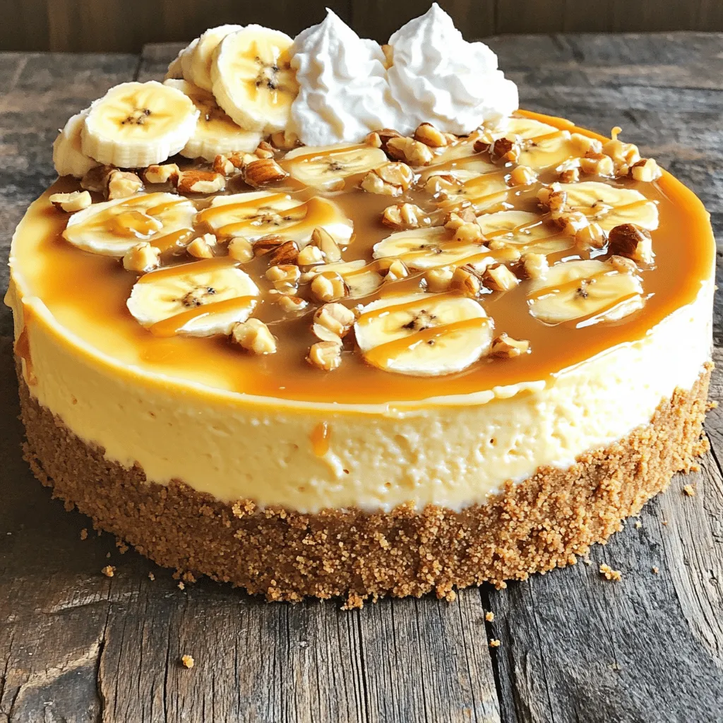 - 1 ½ Tassen Graham-Cracker-Brösel - ½ Tasse ungesalzene Butter, geschmolzen - 450 g Frischkäse, weich (Zimmertemperatur) - 4 reife Bananen, zerdrückt - 1 Tasse brauner Zucker - 1 Teelöffel Vanilleextrakt - 3 große Eier - ½ Tasse saure Sahne - ½ Tasse Karamellsauce - Gehackte gemischte Nüsse - Optional: Schlagsahne und Bananenscheiben Die Zutaten sind der Schlüssel zu einem großartigen Käsekuchen. Die Hauptzutaten bilden die Basis. Die Graham-Cracker-Brösel geben der Kruste einen leckeren, knusprigen Biss. Die geschmolzene Butter bindet alles. Frischkäse sorgt für die cremige Textur, während die Bananen einen süßen, fruchtigen Geschmack hinzufügen. Zusätzlich kommt der braune Zucker ins Spiel. Er gibt der Füllung eine reichhaltige Süße. Der Vanilleextrakt rundet den Geschmack ab. Die Eier helfen, die Füllung zu binden, und die saure Sahne macht sie besonders cremig. Für die Dekoration verwenden Sie Karamellsauce. Sie bringt einen tollen, süßen Glanz. Gehackte Nüsse sorgen für einen crunchy Effekt. Wenn Sie Lust haben, können Sie auch Schlagsahne und frische Bananenscheiben hinzufügen. Diese Zutaten machen Ihren Käsekuchen besonders einladend und lecker. Für das vollständige Rezept folgen Sie bitte dem Link zur [Full Recipe]. Heize deinen Ofen auf 163°C vor. Mische in einer Schüssel die Graham-Cracker-Brösel, geschmolzene Butter und Zucker. Vermenge alles gut, bis die Masse feucht ist. Drücke die Mischung fest auf den Boden einer 23 cm Springform. Backe die Kruste für 10 Minuten. Lass sie dann abkühlen. In einer großen Schüssel verrühre den weichen Frischkäse mit dem braunen Zucker. Die Mischung sollte glatt und cremig sein. Füge die zerdrückten Bananen und den Vanilleextrakt hinzu. Vermenge alles, bis es gut kombiniert ist. Gib die Eier einzeln in die Mischung und rühre nach jeder Zugabe gut um. Hebe die saure Sahne vorsichtig unter die Masse. Achte darauf, dass sie gut eingearbeitet ist. Füge nun die gehackten Nüsse hinzu und hebe sie unter. Gieße die Käsekuchenfüllung gleichmäßig auf die abgekühlte Kruste. Träufle die Karamellsauce darüber. Verwende ein Messer, um einen marmorierten Effekt zu erzielen, indem du leicht durch die Füllung ziehst. Backe den Käsekuchen für 50-60 Minuten. Die Ränder sollten fest, die Mitte jedoch leicht wackelig sein. Schalte den Ofen aus und lasse den Käsekuchen eine Stunde darin abkühlen. Nimm ihn dann raus und lasse ihn auf Zimmertemperatur abkühlen. Decke ihn ab und stelle ihn für mindestens 4 Stunden oder über Nacht in den Kühlschrank. Um einen perfekten Käsekuchen zu machen, achte auf die Zutaten. Verwende frischen Frischkäse. Er sollte weich und bei Zimmertemperatur sein. Auch die Bananen müssen reif und süß sein. Die Kruste ist wichtig. Mische die Graham-Cracker-Brösel gut mit der Butter. Drücke die Mischung fest in die Springform. Backe die Kruste nicht zu lange, nur 10 Minuten. Die Kühlzeit ist entscheidend für deinen Käsekuchen. Lass ihn mindestens vier Stunden im Kühlschrank. So wird die Füllung fest und die Aromen ziehen gut durch. Überspringe diese Zeit nicht, sonst wird dein Käsekuchen matschig. Ein häufiger Fehler beim Backen ist die falsche Temperatur. Backe den Käsekuchen nicht zu heiß. Die Ränder sollen fest sein, während die Mitte leicht wackelt. Nach dem Backen lass ihn im Ofen auskühlen. So bleibt er schön saftig. Achte auch auf die Konsistenz der Füllung. Sie sollte cremig, aber nicht zu flüssig sein. Rühre die Zutaten gut, aber übermix nicht. Zu viel Luft kann die Füllung auflockern. Die Präsentation macht viel aus. Garniere den Käsekuchen mit Bananenscheiben und Schlagsahne. Ein wenig Karamellsauce darüber sorgt für den letzten Schliff. Stelle den Käsekuchen auf einen schönen Teller, um ihn zu zeigen. Für die passenden Getränke empfehle ich eine Tasse Kaffee oder einen milchigen Smoothie. Beide passen gut zu dem süßen Käsekuchen und heben den Geschmack hervor. {{image_4}} Für die Kruste können Sie die Graham-Cracker-Brösel durch glutenfreie Kekse ersetzen. Diese Option ist ideal für alle, die Gluten meiden müssen. Auch die Füllung lässt sich anpassen. Nutzen Sie pflanzlichen Frischkäse und vegane Butter, um eine vegane Variante zu kreieren. So bleibt der Käsekuchen cremig und lecker. Welche Nüsse sind am besten für die Füllung? Ich empfehle Walnüsse, Pekannüsse oder Mandeln. Walnüsse geben einen tollen Geschmack. Pekannüsse bringen eine süße Note. Mandeln fügen einen leichten Crunch hinzu. Sie können auch gemischte Nüsse verwenden, um verschiedene Geschmäcker zu kombinieren. Zusätzlich können Sie den Käsekuchen mit Aromen wie Schokolade oder Zimt verfeinern. Schokoladenstückchen in die Füllung geben, sorgt für einen süßen Kick. Zimt kann eine warme Note hinzufügen und passt gut zu Bananen. Experimentieren Sie mit verschiedenen Kombinationen, um Ihre perfekte Geschmacksrichtung zu finden. Für das vollständige Rezept schauen Sie sich das [Full Recipe] an. Der Bananen-Karamell-Nuss-Käsekuchen bleibt im Kühlschrank frisch, bis zu fünf Tage. Achte darauf, ihn gut abzudecken. So bleibt die Feuchtigkeit erhalten, und der Käsekuchen trocknet nicht aus. Wenn du ihn in Stücke schneidest, nutze Frischhaltefolie oder einen luftdichten Behälter. Um den Käsekuchen einzufrieren, lasse ihn zuerst ganz abkühlen. Wickel ihn dann fest in Frischhaltefolie und lege ihn in einen gefriergeeigneten Behälter. So bleibt er bis zu drei Monate haltbar. Zum Auftauen, lege ihn einfach über Nacht in den Kühlschrank. So bleibt die Textur schön. Um die optimale Textur beim Aufwärmen zu erhalten, nimm ein Stück Käsekuchen und lege es auf einen Teller. Erwärme es für etwa 10 bis 15 Sekunden in der Mikrowelle. Achte darauf, dass du nicht zu lange erhitzt, damit es nicht austrocknet. So schmeckt der Käsekuchen fast wie frisch gebacken. Wenn du mehr über die Zubereitung erfahren möchtest, schau dir das [Full Recipe](#) an. Du kannst den Käsekuchen bis zu drei Tage im Voraus machen. Das gibt dir Zeit, ihn gut zu kühlen. Plane jedoch, die Dekoration kurz vor dem Servieren hinzuzufügen. So bleibt die Schlagsahne frisch und die Bananenscheiben sehen toll aus. Wenn du also Gäste hast, ist dies eine großartige Möglichkeit, Stress zu vermeiden. Wenn deine Füllung zu flüssig ist, gibt es einige Lösungen. Du kannst mehr Frischkäse hinzufügen, um es dicker zu machen. Eine andere Möglichkeit ist, die Füllung etwas länger zu backen. Achte darauf, die Füllung nicht zu überbacken, da sie sonst zu trocken wird. Wenn du mehr Textur möchtest, füge einfach etwas mehr saure Sahne hinzu. So wird die Füllung cremig und fest. Ja, du kannst die Nüsse weglassen. Für viele Allergiker ist das wichtig. Du kannst die Nüsse einfach durch mehr Bananen oder sogar Schokoladenstückchen ersetzen. So bleibt der Käsekuchen lecker und sicher für alle. Wenn du die Nüsse nicht weglassen möchtest, achte darauf, sie gut zu hacken, damit sie gleichmäßig verteilt sind. Zusammengefasst haben wir erfahren, wie man einen köstlichen Käsekuchen mit Bananen zubereitet. Die Hauptzutaten sind einfach und leicht zu finden. Wir haben die Schritte von der Kruste bis zur Füllung besprochen. Zudem gibt es nützliche Tipps, Variationen und Lagerhinweise. Denken Sie daran, sich Zeit für das Kühlen zu nehmen. Ein perfekt zubereiteter Käsekuchen erfreut jeden. Viel Spaß beim Ausprobieren und Genießen!