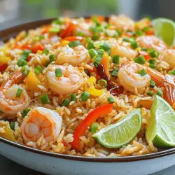 - Jasminreis - Große Garnelen - Sojasauce - Sriracha - Eier - Gemischte Paprika - Erbsen und Karotten - Frühlingszwiebeln - Knoblauch - Sesamöl - Pflanzenöl - Salz und Pfeffer - Limettenschnitze Ich liebe es, mit frischen Zutaten zu kochen. Für dieses Rezept nutze ich Jasminreis, der gut die Aromen aufnimmt. Große Garnelen sind perfekt, weil sie schnell garen und viel Geschmack haben. Sojasauce gibt dem Gericht eine tiefere Note. Und Sriracha sorgt für die richtige Schärfe. Zusätzlich kommen Eier in die Pfanne. Sie geben dem Gericht eine schöne Textur. Gemischte Paprika bringen Farbe und Süße. Erbsen und Karotten fügen eine knackige Komponente hinzu. Frühlingszwiebeln und Knoblauch geben einen tollen Duft ab. Sesamöl rundet das Ganze mit einem nussigen Geschmack ab. Ich verwende Pflanzenöl zum Braten, weil es hoch erhitzbar ist. Salz und Pfeffer sind unverzichtbar für den letzten Schliff. Limettenschnitze sind nicht nur hübsch, sie bringen Frische. Diese Zutaten machen Spicy Shrimp Fried Rice nicht nur lecker, sondern auch schnell zubereitet. Für das vollständige Rezept, schau dir den Abschnitt [Full Recipe] an. - Reis kochen und abkühlen lassen - Garnelen schälen und entdarmen - Gemüse würfeln und hacken Zuerst koche den Jasminreis. Du brauchst eine Tasse Reis. Lass ihn dann abkühlen. Abgekühlter Reis macht den gebratenen Reis besser. Als Nächstes nimm die großen Garnelen. Schäle sie und entferne den Darm. Das ist wichtig für den Geschmack. Jetzt ist das Gemüse dran. Würfle eine Tasse gemischte Paprika. Hacke auch die Frühlingszwiebeln und den Knoblauch. - Knoblauch anbraten - Garnelen kochen und beiseite stellen - Gemüse braten und Eier hinzufügen - Reis und Saucen unterrühren Heize das Pflanzenöl in einer großen Pfanne. Gib den gehackten Knoblauch dazu. Brate ihn etwa 30 Sekunden lang an. Dann füge die Garnelen hinzu. Koche sie, bis sie rosa sind. Das dauert etwa 2-3 Minuten. Nimm die Garnelen aus der Pfanne und stelle sie beiseite. In derselben Pfanne kommt das Gemüse. Brate die gewürfelten Paprika mit den Erbsen und Karotten an. Das dauert etwa 3-4 Minuten. Schiebe das Gemüse zur Seite. Gieße die verquirlten Eier auf die leere Seite. Rühre sie, bis sie ganz durch sind. Mische sie dann mit dem Gemüse. Jetzt kommt der abgekühlte Reis. Gib ihn in die Pfanne und zerdrücke Klumpen. Mische alles gut durch. Gieße die Sojasauce, Sriracha und Sesamöl über den Reis. Wirf alles zusammen, bis der Reis gleichmäßig beschichtet ist. - Garnelen zurück in die Pfanne geben - Mit Frühlingszwiebeln und Gewürzen abschmecken - Servieren mit Limettenschnitzen Gib die gekochten Garnelen zurück in die Pfanne. Füge die gehackten Frühlingszwiebeln dazu. Schmecke das Gericht mit Salz und Pfeffer ab. Brate die Mischung 2 weitere Minuten durch. Nimm die Pfanne vom Herd. Serviere den Spicy Shrimp Fried Rice heiß. Garniere das Gericht mit Limettenschnitzen an der Seite. Das ist eine einfache und schnelle Zubereitung. Du kannst das gesamte Rezept hier nachlesen: [Full Recipe]. Um zarte Garnelen zu haben, achte auf die Temperatur. Erhitze das Öl zuerst gut. Wenn das Öl heiß ist, gib die Garnelen hinein. Koche sie nur 2-3 Minuten, bis sie rosa sind. Überkoche sie nicht, sonst werden sie hart. Verwende immer abgekühlten Reis. Frisch gekochter Reis kann klebrig sein. Kühle den Reis also vor der Verwendung ab. Damit verhinderst du Klumpen im Gericht. Wenn der Reis kalt ist, brich die Klumpen mit einer Gabel auf. Für mehr Schärfe nutze Sriracha. Diese Sauce gibt deinem Gericht einen tollen Kick. Du kannst auch die Menge nach deinem Geschmack anpassen. Falls du keine Sojasauce magst, probiere Kokosaminos oder Tamari. Diese Alternativen sind ebenfalls lecker. Verwende diese Tipps, um dein Spicy Shrimp Fried Rice zu perfektionieren! Schau dir den Full Recipe an, um alle Schritte zu sehen. {{image_4}} Möchtest du eine vegetarische oder vegane Option? Ersetze die Garnelen einfach durch Tofu. Tofu nimmt gut den Geschmack auf. Schneide den Tofu in kleine Würfel und brate ihn goldbraun an. Das gibt eine tolle Textur. Zusätzlich kannst du mehr Gemüse verwenden. Brokkoli, Zucchini oder Spinat sind gute Optionen. Diese Gemüse geben dem Gericht Frische und Farbe. Probiere verschiedene Gemüsesorten aus, um deinen perfekten Geschmack zu finden. Für regionale Anpassungen kannst du unterschiedliche asiatische Saucen verwenden. Teriyaki- oder Hoisin-Sauce geben dem Gericht eine süße Note. Auch Fischsauce kann den Geschmack intensivieren. Experimentiere mit diesen Saucen, um deinen eigenen Stil zu finden. Hinzufügen von einheimischen Gewürzen kann das Gericht einzigartig machen. Zum Beispiel, ein wenig Kreuzkümmel oder Paprika kann eine neue Dimension hinzufügen. Diese Gewürze helfen, den Geschmack zu variieren und neue Aromen zu entdecken. Serviere den Spicy Shrimp Fried Rice mit Frühlingsrollen. Diese sind knusprig und ergänzen das Gericht perfekt. Sie bringen Abwechslung und Textur auf den Teller. Ein Beilagensalat sorgt für Frische. Ein einfacher Gurkensalat mit etwas Essig und Zucker passt gut. Frische Zutaten helfen, die Aromen des Hauptgerichts auszugleichen. Bewahre deinen Spicy Shrimp Fried Rice in luftdichten Behältern im Kühlschrank auf. So bleibt er frisch. Du solltest die Reste innerhalb von 3-4 Tagen essen. Wenn du das Gericht zu lange stehen lässt, kann der Geschmack leiden. Um das Gericht einzufrieren, lass es zuerst abkühlen. Fülle es dann in gefriergeeignete Behälter. Achte darauf, etwas Platz für die Ausdehnung zu lassen. Im Gefrierfach hält sich der Spicy Shrimp Fried Rice bis zu 2 Monate. So hast du jederzeit eine schnelle, leckere Mahlzeit bereit. Zum Wiedererwärmen kannst du die Mikrowelle oder eine Pfanne nutzen. Wenn du die Mikrowelle verwendest, decke die Schüssel ab, um das Austrocknen zu vermeiden. Füge etwas Wasser oder Brühe hinzu, um die Feuchtigkeit zu erhalten. In der Pfanne kannst du bei mittlerer Hitze erwärmen. So bleibt der Reis schön locker und die Garnelen zart. Die Zubereitung des Spicy Shrimp Fried Rice dauert insgesamt etwa 30 Minuten. Die Vorbereitungszeit beträgt 10 Minuten. Die Kochzeit liegt bei 20 Minuten. Dieses Rezept ergibt 4 Portionen, perfekt für Familie oder Freunde. Ja, gefrorene Garnelen sind eine gute Option. Wenn Sie gefrorene Garnelen nutzen, tauen Sie diese zuerst auf. Das geht schnell in kaltem Wasser oder über Nacht im Kühlschrank. Achten Sie darauf, die Garnelen gut abzutrocknen, bevor Sie sie braten. So bleibt der Reis schön trocken und die Garnelen werden zart. Um das Gericht schärfer zu machen, fügen Sie mehr Sriracha hinzu. Sie können auch rote Chili-Flocken oder frische Chilis verwenden. Ein Spritzer scharfer Soße beim Servieren bringt zusätzlich Schärfe. Experimentieren Sie mit Gewürzen, um die perfekte Balance für Ihren Geschmack zu finden. Dieses Rezept für Spicy Shrimp Fried Rice vereint einfache Schritte und leckere Zutaten. Du hast gelernt, wie du große Garnelen, Jasminreis und frisches Gemüse kombinierst. Mit den Tipps zur Zubereitung und Lagerung genießt du das Gericht lange. Denke auch an Variationen wie Tofu oder andere Saucen, um es anzupassen. Experimentiere und finde heraus, was dir am besten schmeckt. Viel Spaß beim Kochen!