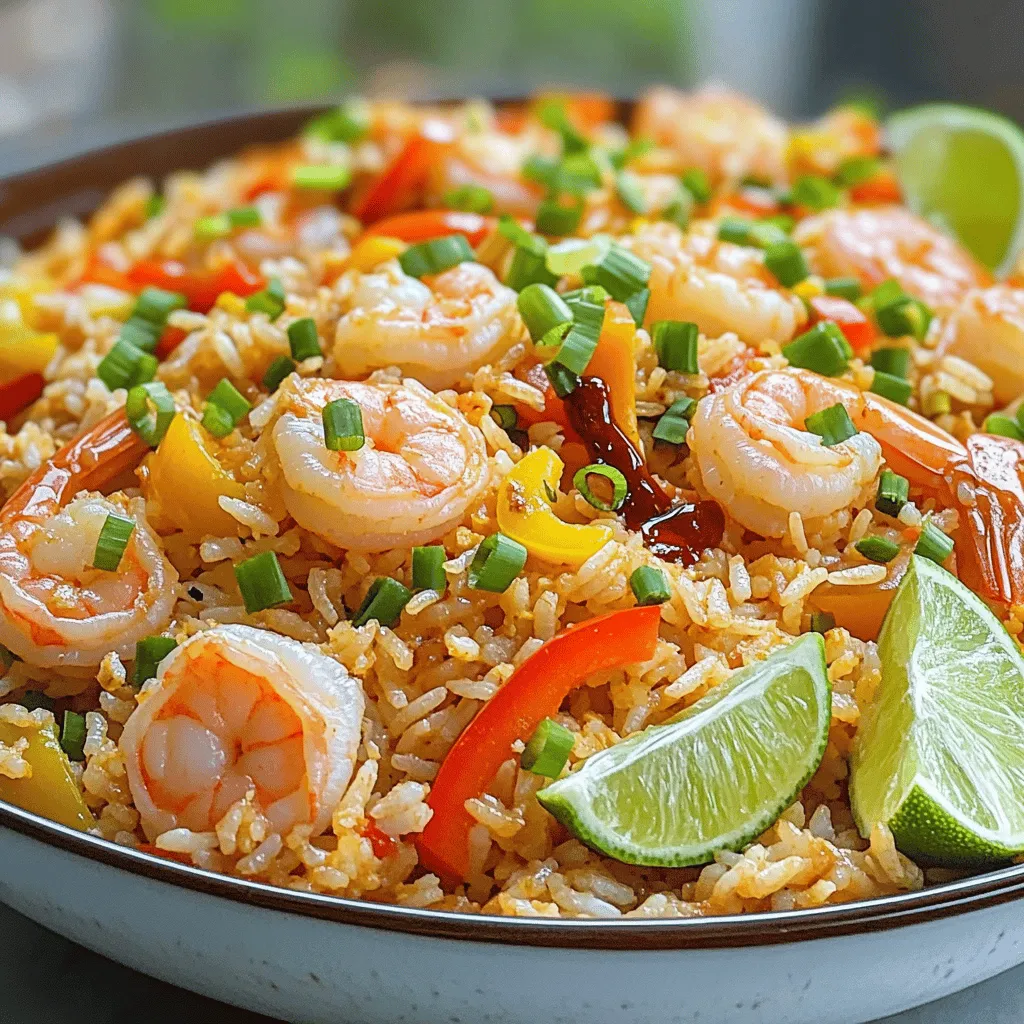 - Jasminreis - Große Garnelen - Sojasauce - Sriracha - Eier - Gemischte Paprika - Erbsen und Karotten - Frühlingszwiebeln - Knoblauch - Sesamöl - Pflanzenöl - Salz und Pfeffer - Limettenschnitze Ich liebe es, mit frischen Zutaten zu kochen. Für dieses Rezept nutze ich Jasminreis, der gut die Aromen aufnimmt. Große Garnelen sind perfekt, weil sie schnell garen und viel Geschmack haben. Sojasauce gibt dem Gericht eine tiefere Note. Und Sriracha sorgt für die richtige Schärfe. Zusätzlich kommen Eier in die Pfanne. Sie geben dem Gericht eine schöne Textur. Gemischte Paprika bringen Farbe und Süße. Erbsen und Karotten fügen eine knackige Komponente hinzu. Frühlingszwiebeln und Knoblauch geben einen tollen Duft ab. Sesamöl rundet das Ganze mit einem nussigen Geschmack ab. Ich verwende Pflanzenöl zum Braten, weil es hoch erhitzbar ist. Salz und Pfeffer sind unverzichtbar für den letzten Schliff. Limettenschnitze sind nicht nur hübsch, sie bringen Frische. Diese Zutaten machen Spicy Shrimp Fried Rice nicht nur lecker, sondern auch schnell zubereitet. Für das vollständige Rezept, schau dir den Abschnitt [Full Recipe] an. - Reis kochen und abkühlen lassen - Garnelen schälen und entdarmen - Gemüse würfeln und hacken Zuerst koche den Jasminreis. Du brauchst eine Tasse Reis. Lass ihn dann abkühlen. Abgekühlter Reis macht den gebratenen Reis besser. Als Nächstes nimm die großen Garnelen. Schäle sie und entferne den Darm. Das ist wichtig für den Geschmack. Jetzt ist das Gemüse dran. Würfle eine Tasse gemischte Paprika. Hacke auch die Frühlingszwiebeln und den Knoblauch. - Knoblauch anbraten - Garnelen kochen und beiseite stellen - Gemüse braten und Eier hinzufügen - Reis und Saucen unterrühren Heize das Pflanzenöl in einer großen Pfanne. Gib den gehackten Knoblauch dazu. Brate ihn etwa 30 Sekunden lang an. Dann füge die Garnelen hinzu. Koche sie, bis sie rosa sind. Das dauert etwa 2-3 Minuten. Nimm die Garnelen aus der Pfanne und stelle sie beiseite. In derselben Pfanne kommt das Gemüse. Brate die gewürfelten Paprika mit den Erbsen und Karotten an. Das dauert etwa 3-4 Minuten. Schiebe das Gemüse zur Seite. Gieße die verquirlten Eier auf die leere Seite. Rühre sie, bis sie ganz durch sind. Mische sie dann mit dem Gemüse. Jetzt kommt der abgekühlte Reis. Gib ihn in die Pfanne und zerdrücke Klumpen. Mische alles gut durch. Gieße die Sojasauce, Sriracha und Sesamöl über den Reis. Wirf alles zusammen, bis der Reis gleichmäßig beschichtet ist. - Garnelen zurück in die Pfanne geben - Mit Frühlingszwiebeln und Gewürzen abschmecken - Servieren mit Limettenschnitzen Gib die gekochten Garnelen zurück in die Pfanne. Füge die gehackten Frühlingszwiebeln dazu. Schmecke das Gericht mit Salz und Pfeffer ab. Brate die Mischung 2 weitere Minuten durch. Nimm die Pfanne vom Herd. Serviere den Spicy Shrimp Fried Rice heiß. Garniere das Gericht mit Limettenschnitzen an der Seite. Das ist eine einfache und schnelle Zubereitung. Du kannst das gesamte Rezept hier nachlesen: [Full Recipe]. Um zarte Garnelen zu haben, achte auf die Temperatur. Erhitze das Öl zuerst gut. Wenn das Öl heiß ist, gib die Garnelen hinein. Koche sie nur 2-3 Minuten, bis sie rosa sind. Überkoche sie nicht, sonst werden sie hart. Verwende immer abgekühlten Reis. Frisch gekochter Reis kann klebrig sein. Kühle den Reis also vor der Verwendung ab. Damit verhinderst du Klumpen im Gericht. Wenn der Reis kalt ist, brich die Klumpen mit einer Gabel auf. Für mehr Schärfe nutze Sriracha. Diese Sauce gibt deinem Gericht einen tollen Kick. Du kannst auch die Menge nach deinem Geschmack anpassen. Falls du keine Sojasauce magst, probiere Kokosaminos oder Tamari. Diese Alternativen sind ebenfalls lecker. Verwende diese Tipps, um dein Spicy Shrimp Fried Rice zu perfektionieren! Schau dir den Full Recipe an, um alle Schritte zu sehen. {{image_4}} Möchtest du eine vegetarische oder vegane Option? Ersetze die Garnelen einfach durch Tofu. Tofu nimmt gut den Geschmack auf. Schneide den Tofu in kleine Würfel und brate ihn goldbraun an. Das gibt eine tolle Textur. Zusätzlich kannst du mehr Gemüse verwenden. Brokkoli, Zucchini oder Spinat sind gute Optionen. Diese Gemüse geben dem Gericht Frische und Farbe. Probiere verschiedene Gemüsesorten aus, um deinen perfekten Geschmack zu finden. Für regionale Anpassungen kannst du unterschiedliche asiatische Saucen verwenden. Teriyaki- oder Hoisin-Sauce geben dem Gericht eine süße Note. Auch Fischsauce kann den Geschmack intensivieren. Experimentiere mit diesen Saucen, um deinen eigenen Stil zu finden. Hinzufügen von einheimischen Gewürzen kann das Gericht einzigartig machen. Zum Beispiel, ein wenig Kreuzkümmel oder Paprika kann eine neue Dimension hinzufügen. Diese Gewürze helfen, den Geschmack zu variieren und neue Aromen zu entdecken. Serviere den Spicy Shrimp Fried Rice mit Frühlingsrollen. Diese sind knusprig und ergänzen das Gericht perfekt. Sie bringen Abwechslung und Textur auf den Teller. Ein Beilagensalat sorgt für Frische. Ein einfacher Gurkensalat mit etwas Essig und Zucker passt gut. Frische Zutaten helfen, die Aromen des Hauptgerichts auszugleichen. Bewahre deinen Spicy Shrimp Fried Rice in luftdichten Behältern im Kühlschrank auf. So bleibt er frisch. Du solltest die Reste innerhalb von 3-4 Tagen essen. Wenn du das Gericht zu lange stehen lässt, kann der Geschmack leiden. Um das Gericht einzufrieren, lass es zuerst abkühlen. Fülle es dann in gefriergeeignete Behälter. Achte darauf, etwas Platz für die Ausdehnung zu lassen. Im Gefrierfach hält sich der Spicy Shrimp Fried Rice bis zu 2 Monate. So hast du jederzeit eine schnelle, leckere Mahlzeit bereit. Zum Wiedererwärmen kannst du die Mikrowelle oder eine Pfanne nutzen. Wenn du die Mikrowelle verwendest, decke die Schüssel ab, um das Austrocknen zu vermeiden. Füge etwas Wasser oder Brühe hinzu, um die Feuchtigkeit zu erhalten. In der Pfanne kannst du bei mittlerer Hitze erwärmen. So bleibt der Reis schön locker und die Garnelen zart. Die Zubereitung des Spicy Shrimp Fried Rice dauert insgesamt etwa 30 Minuten. Die Vorbereitungszeit beträgt 10 Minuten. Die Kochzeit liegt bei 20 Minuten. Dieses Rezept ergibt 4 Portionen, perfekt für Familie oder Freunde. Ja, gefrorene Garnelen sind eine gute Option. Wenn Sie gefrorene Garnelen nutzen, tauen Sie diese zuerst auf. Das geht schnell in kaltem Wasser oder über Nacht im Kühlschrank. Achten Sie darauf, die Garnelen gut abzutrocknen, bevor Sie sie braten. So bleibt der Reis schön trocken und die Garnelen werden zart. Um das Gericht schärfer zu machen, fügen Sie mehr Sriracha hinzu. Sie können auch rote Chili-Flocken oder frische Chilis verwenden. Ein Spritzer scharfer Soße beim Servieren bringt zusätzlich Schärfe. Experimentieren Sie mit Gewürzen, um die perfekte Balance für Ihren Geschmack zu finden. Dieses Rezept für Spicy Shrimp Fried Rice vereint einfache Schritte und leckere Zutaten. Du hast gelernt, wie du große Garnelen, Jasminreis und frisches Gemüse kombinierst. Mit den Tipps zur Zubereitung und Lagerung genießt du das Gericht lange. Denke auch an Variationen wie Tofu oder andere Saucen, um es anzupassen. Experimentiere und finde heraus, was dir am besten schmeckt. Viel Spaß beim Kochen!
