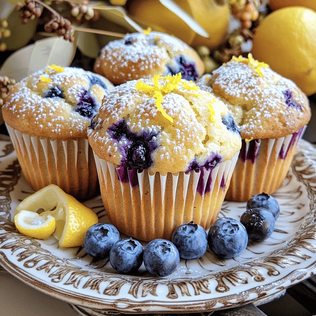 Um köstliche Lemon Blueberry Muffins zu backen, brauchst du folgende Zutaten: - 1 ½ Tassen Allzweckmehl - 1 Tasse frische Heidelbeeren (oder gefrorene, wenn sie nicht in Saison sind) - ½ Tasse Zucker - 1 Esslöffel Zitronenschale (von etwa 1 Zitrone) - 2 Esslöffel frischer Zitronensaft - ½ Tasse Naturjoghurt (oder Sauerrahm für zusätzliche Feuchtigkeit) - 1/3 Tasse Pflanzenöl - 1 großes Ei - 1 Teelöffel Vanilleextrakt - 1 ½ Teelöffel Backpulver - ½ Teelöffel Natron - ¼ Teelöffel Salz - Optional: Puderzucker zum Bestäuben Wenn du keine Tassen hast, benutze eine Küchenwaage. Eine Tasse Mehl wiegt ca. 120 Gramm. Du kannst auch glutenfreies Mehl verwenden. Für eine vegane Option tausche das Ei gegen einen Esslöffel Apfelmus. Anstelle von Joghurt kannst du pflanzlichen Joghurt nutzen. Wähle Heidelbeeren, die fest und dunkelblau sind. Vermeide Beeren mit grünen Stellen oder Druckstellen. Wenn du frische Beeren kaufst, kaufe sie am besten kurz vor dem Backen. Lagere sie im Kühlschrank, um ihre Frische zu erhalten. Wenn du gefrorene Beeren verwendest, lass sie vorher in einem Sieb abtropfen. So wird der Teig nicht zu feucht. Heize deinen Ofen auf 190°C vor. Lege ein Muffinblech mit Papierförmchen aus. Wenn du keine Förmchen hast, sprühe das Blech mit einer nicht klebenden Sprühbeschichtung ein. So bleiben die Muffins beim Backen nicht haften. Nimm eine große Rührschüssel und gib das Mehl, das Backpulver, das Natron, das Salz und den Zucker hinein. Nutze einen Schneebesen, um alles gut zu vermischen. Dies hilft, die Zutaten gleichmäßig zu verteilen. In einer zweiten Schüssel gibst du den Joghurt, das Pflanzenöl, das Ei, den Zitronensaft, die Zitronenschale und den Vanilleextrakt. Verquirle alles gut mit einem Schneebesen, bis die Mischung schön glatt ist. Gieße die feuchten Zutaten vorsichtig in die Schüssel mit den trockenen Zutaten. Nimm einen Spatel und vermenge alles sanft. Achte darauf, nicht zu viel zu mischen. Kleine Klümpchen im Teig sind in Ordnung. Füge die frischen Heidelbeeren vorsichtig in den Teig ein. Verteile den Teig gleichmäßig auf die Muffinförmchen. Fülle sie zu etwa zwei Dritteln. Backe die Muffins für 18 bis 20 Minuten. Sie sind fertig, wenn sie goldbraun sind und ein Zahnstocher sauber herauskommt. Lass die Muffins fünf Minuten im Blech abkühlen. Danach lege sie auf ein Kuchengitter, um vollständig abzukühlen. Wenn du magst, bestäube die Muffins mit Puderzucker. Sieht hübsch aus und schmeckt lecker! Wenn du Zitronen-Heidelbeer-Muffins backst, gibt es einige Fehler, die du vermeiden solltest. Übermischen ist der häufigste Fehler. Wenn du die trockenen und feuchten Zutaten kombinierst, rühre nur, bis alles gerade vermischt ist. Ein paar Klumpen sind in Ordnung. Zu viel Rühren macht die Muffins hart. Achte auch darauf, die richtigen Messungen zu verwenden. Zu viel Mehl macht die Muffins trocken. Die perfekte Konsistenz der Muffins ist feucht und locker. Nutze Joghurt oder Sauerrahm für mehr Feuchtigkeit. Das hilft, die Muffins zart zu machen. Mische die Heidelbeeren vorsichtig unter den Teig. So bleiben sie ganz und geben den Muffins einen tollen Geschmack. Fülle die Muffinförmchen nur zu zwei Dritteln. Das gibt den Muffins Platz zum Aufgehen. Um den Geschmack zu verbessern, füge mehr Zitronenschale hinzu. Sie gibt einen frischen, zesty Kick. Du kannst auch etwas Zimt oder Muskatnuss für extra Tiefe verwenden. Nach dem Backen bestäube die Muffins mit Puderzucker. Das sieht nicht nur gut aus, sondern schmeckt auch köstlich. Du kannst frische Heidelbeeren und Zitronenschale auf die Muffins legen. Das macht sie noch schöner und einladender. Wenn du magst, kannst du auch einen Zitronenguss hinzufügen. So werden die Muffins noch saftiger. Für das vollständige Rezept, schau dir die [Full Recipe] an. {{image_4}} Möchtest du glutenfreie Muffins backen? Das geht ganz einfach! Ersetze das Allzweckmehl durch glutenfreies Mehl. Ich empfehle eine Mischung, die Xanthan enthält. Das sorgt für die richtige Textur. Achte darauf, dass du auch glutenfreie Backpulver verwendest. So bleibt der Geschmack frisch und lecker. Um den Geschmack zu intensivieren, kannst du einige Zutaten hinzufügen. Zum Beispiel, probiere ein paar Löffel Kokosraspeln oder gehackte Nüsse. Das bringt eine schöne Textur. Auch Schokoladenstückchen passen gut zu dieser Kombination. Sie machen die Muffins süßer und verlockender. Nutze die Saison, um deine Muffins zu variieren. Im Frühling kannst du Erdbeeren oder Himbeeren verwenden. Im Herbst sind Kürbis und Zimt eine tolle Wahl. Diese Früchte und Gewürze bringen eine neue Dimension in dein Rezept. Wenn du experimentierfreudig bist, mische verschiedene Früchte. So erhältst du immer neue Geschmackserlebnisse. Um die Frische deiner Muffins zu bewahren, lagere sie in einem luftdichten Behälter. Du kannst auch Frischhaltefolie verwenden, um sie einzuwickeln. Halte sie bei Raumtemperatur. Vermeide Kühlschränke, da die Kälte die Muffins austrocknen kann. Wenn du lange Haltbarkeit willst, friere die Muffins ein. Wickle sie gut ein, damit sie nicht gefrieren. Frisch gebackene Muffins halten sich bei Raumtemperatur etwa drei bis vier Tage. Achte darauf, sie in einem luftdichten Behälter zu lagern. Wenn du sie im Kühlschrank aufbewahrst, verringert sich die Haltbarkeit auf etwa zwei Tage. Eingefrorene Muffins können bis zu drei Monate halten. So bleibst du flexibel, wenn du Lust auf einen Snack hast. Um die Muffins wieder aufzuwärmen, lege sie einfach in die Mikrowelle für 10-15 Sekunden. Du kannst sie auch im Ofen bei 180°C für etwa 5-10 Minuten aufwärmen. Wenn du gefrorene Muffins aufwärmen willst, lasse sie zuerst bei Raumtemperatur auftauen. Danach kannst du sie wie gewohnt aufwärmen. Dies gibt ihnen die Frische zurück, die sie beim ersten Backen hatten. Die Muffins sind bei Raumtemperatur drei bis vier Tage haltbar. Bewahre sie in einem luftdichten Behälter auf. Du kannst die Muffins auch im Kühlschrank lagern. So bleiben sie bis zu einer Woche frisch. Bei kaltem Wetter halten sie länger. Wenn du sie länger aufbewahren möchtest, friere sie ein. So bleiben sie bis zu drei Monate gut. Ja, gefrorene Heidelbeeren sind perfekt für diese Muffins. Sie halten ihre Form gut und geben viel Geschmack. Achte darauf, sie nicht vorher zu tauen. Füge sie direkt zum Teig hinzu. Dies hilft, dass der Teig nicht zu feucht wird. Es ist eine tolle Möglichkeit, auch außerhalb der Saison leckere Muffins zu backen. Du kannst die Muffins gesünder machen, indem du einige einfache Änderungen vornimmst. Verwende Vollkornmehl statt Allzweckmehl. Das erhöht den Ballaststoffgehalt. Ersetze den Zucker durch Honig oder einen anderen Süßstoff. Du kannst auch den Joghurt durch griechischen Joghurt ersetzen. Das macht die Muffins proteinreicher und cremiger. Füge Nüsse oder Samen für zusätzliche Nährstoffe hinzu. Wenn dein Teig zu trocken ist, gibt es einfache Lösungen. Füge etwas mehr Joghurt oder Zitronensaft hinzu. Ein Esslöffel auf einmal sollte helfen. Du kannst auch ein wenig Milch oder Wasser einrühren. Achte darauf, nicht zu viel hinzuzufügen. Der Teig sollte dick, aber feucht sein. Wenn du das Rezept aus dem Full Recipe befolgst, solltest du eine tolle Konsistenz erreichen. In diesem Artikel haben wir alle wichtigen Aspekte für die Zubereitung von Heidelbeermuffins behandelt. Wir haben die Zutaten genau aufgelistet und Tipps zur Auswahl frischer Heidelbeeren gegeben. Zudem gibt es eine einfache Schritt-für-Schritt-Anleitung und hilfreiche Tipps zur Vermeidung häufiger Fehler. Außerdem haben wir Variationen und Lagerinformationen besprochen. Egal, ob du ein Anfänger oder ein erfahrener Bäcker bist, gehe mit diesem Wissen in die Küche. Du kannst jetzt leckere und vielfältige Muffins backen. Viel Spaß beim Ausprobieren!