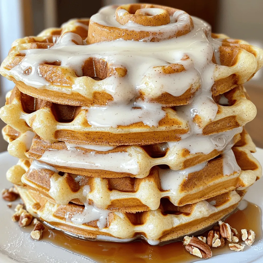 Die Basis für deine Zimtrolle Waffeln ist einfach. Hier sind die Hauptzutaten: - 1 Dose (16,5 oz) gekühlter Zimtbrötchenteig - ½ Tasse Frischkäse, weich - 1 Tasse Puderzucker - 2 Esslöffel Milch - ½ Teelöffel Vanilleextrakt - ¼ Teelöffel gemahlener Zimt - ½ Tasse gehackte Pekannüsse (nach Belieben) - Ahornsirup, zum Servieren Diese Zutaten sorgen für den weichen Teig und die süße Glasur, die du lieben wirst. Du kannst deine Waffeln noch interessanter machen. Hier sind einige optionale Zutaten: - Schokoladenstückchen für einen süßeren Geschmack - Frische Beeren wie Erdbeeren oder Himbeeren für Frische - Eine Prise Meersalz, um die Süße auszugleichen Diese Toppings machen deine Zimtrolle Waffeln besonders lecker und bunt. Die Wahl der Zutaten ist wichtig. Hier sind einige Tipps: - Verwende frischen Frischkäse. Das macht die Glasur cremiger. - Achte auf die Qualität des Zimt. Echter Zimt hat mehr Geschmack. - Kaufe die Pekannüsse ungesalzen und frisch. So bleibt der Geschmack rein. Mit diesen Tipps wählst du die besten Zutaten für deine Zimtrolle Waffeln. Es lohnt sich immer, gute Produkte zu wählen. Du kannst das vollständige Rezept für die Zimtrolle Waffeln, einschließlich Zubereitung und Präsentation, hier finden. Heize dein Waffeleisen gemäß den Anweisungen des Herstellers vor. Wenn nötig, sprühe es leicht mit Kochspray ein. Dies hilft, ein Ankleben der Waffeln zu verhindern. Achte darauf, dass es gut heiß ist, bevor du mit dem Backen beginnst. Öffne die Dose mit dem gekühlten Zimtbrötchenteig. Trenne die einzelnen Brötchen und rolle jedes Zimtbrötchen vorsichtig zu einem flachen Streifen aus. Dies sorgt dafür, dass sie gleichmäßig garen. Wenn du magst, streue die gehackten Pekannüsse gleichmäßig über die flachen Streifen. Rolle sie dann vorsichtig wieder auf, um das schöne spiralförmige Design zu erhalten. Lege ein oder zwei vorbereitete Zimtrollen in das vorgeheizte Waffeleisen. Schließe den Deckel und backe die Waffeln etwa 3 bis 5 Minuten, bis sie goldbraun sind. Während die Waffeln backen, bereite die Frischkäseglasur vor. In einer Schüssel mische den weichen Frischkäse, Puderzucker, Milch, Vanilleextrakt und gemahlenen Zimt. Schlage die Mischung, bis sie glatt und cremig ist. Wenn die Waffeln fertig sind, nimm sie vorsichtig aus dem Waffeleisen. Gib die Frischkäseglasur großzügig über jede Waffel und serviere sie heiß. Du kannst auch einen Spritzer Ahornsirup oben drauf geben für extra Süße. Ein häufiger Fehler ist, die Waffeln zu lange zu backen. Überprüfen Sie sie nach 3 Minuten. Wenn sie goldbraun sind, sind sie fertig. Ein weiterer Fehler ist, das Waffeleisen nicht gut zu fetten. Dies kann die Waffeln kleben lassen. Verwenden Sie ein wenig Kochspray, um das Ankleben zu vermeiden. Um perfekte Waffeln zu machen, rollen Sie den Zimtbrötchenteig gleichmäßig aus. Dicke Stellen können ungleichmäßig garen. Achten Sie darauf, die gefüllten Streifen nicht zu fest zu rollen. Sie sollten etwas Platz zum Aufgehen haben. Überfüllen Sie die Waffeln nicht im Waffeleisen. Ein oder zwei Brötchen pro Charge sind genug. Fügen Sie Schokoladenstückchen oder Früchte zur Zimtrolle hinzu. Blaubeeren oder Äpfel passen gut. Für eine besondere Note können Sie Karamellsauce oder Erdnussbutter als Topping verwenden. Experimentieren Sie mit verschiedenen Nüssen wie Walnüssen oder Mandeln. Diese kleinen Anpassungen bringen neue Aromen in Ihre Zimtrolle Waffeln. {{image_4}} Du kannst glutenfreie Zimtrolle Waffeln ganz einfach zubereiten. Nutze glutenfreien Teig aus dem Handel. Viele Marken bieten diesen an. Achte darauf, die richtige Mischung für Zimtbrötchen zu wählen. Füge die gleichen Zutaten wie im Rezept hinzu. So bleibt der Geschmack gleich lecker. Wenn du eine vegane Glasur möchtest, ersetze die Milch und den Frischkäse. Nutze anstelle von Frischkäse veganen Frischkäse. Für die Milch kannst du Mandel-, Hafer- oder Sojamilch verwenden. Mische diese Zutaten mit Puderzucker und Zimt. So erhältst du eine cremige, vegane Glasur. Sei kreativ mit deinen Waffeln! Füge verschiedene Zutaten in den Teig hinzu. Probiere Schokoladenstückchen oder getrocknete Früchte aus. Du kannst auch Gewürze wie Muskatnuss oder Ingwer verwenden. Diese Variationen bringen neue Geschmäcker. Experimentiere und finde deine Lieblingskombination! Um die Waffeln frisch zu halten, lassen Sie sie zuerst abkühlen. Legen Sie die Waffeln in einen luftdichten Behälter. Trennen Sie die Schichten mit Backpapier, um ein Ankleben zu verhindern. So bleiben sie länger knusprig. Wenn Sie die Waffeln nicht bald essen, kühlen oder frieren Sie sie ein. Zum Aufwärmen nutzen Sie am besten einen Toaster oder einen Ofen. Der Toaster macht die Waffeln schön knusprig. Für den Ofen heizen Sie ihn auf 175 °C vor. Legen Sie die Waffeln auf ein Backblech und backen Sie sie etwa 5-10 Minuten. Fügen Sie frische Glasur hinzu, um den Geschmack aufzufrischen. Im Kühlschrank halten die Waffeln bis zu 3 Tage. Achten Sie darauf, sie gut zu verpacken. Im Gefrierschrank können sie bis zu 2 Monate bleiben. Stellen Sie sicher, dass sie in einem gefriersicheren Behälter sind. So bleiben sie frisch und lecker, wenn Sie sie später genießen möchten. Zimtrolle Waffeln bleiben frisch für etwa drei Tage. Lagern Sie sie in einem luftdichten Behälter. Im Kühlschrank halten sie sich länger, bis zu einer Woche. Wenn Sie sie länger aufbewahren möchten, frieren Sie sie ein. So bleiben sie bis zu drei Monate genießbar. Achten Sie darauf, sie gut einzupacken, um Frostschäden zu vermeiden. Ja, das können Sie! Sie können den Teig für die Zimtrolle Waffeln im Voraus zubereiten. Öffnen Sie einfach die Dose mit dem Zimtbrötchenteig und rollen Sie die Brötchen aus. Wickeln Sie sie dann in Frischhaltefolie und lagern Sie sie im Kühlschrank. So ist der Teig bereit, wenn Sie Lust auf frische Waffeln haben. Es ist eine tolle Zeitersparnis! Die besten Toppings sind vielseitig. Ich empfehle: - Frischkäseglasur (wie im Rezept) - Ahornsirup - Gehackte Pekannüsse - Frische Früchte wie Erdbeeren oder Bananen - Schokoladensirup oder Karamellsauce Jedes Topping bringt einen neuen Geschmack. Experimentieren Sie mit verschiedenen Kombinationen, um Ihre Lieblingsversion zu finden! Zimtrolle Waffeln sind einfach und lecker. Du hast die Hauptzutaten kennengelernt und die besten Tipps zur Zubereitung. Ich hoffe, du nutzt die Schritt-für-Schritt-Anleitung, um perfekte Waffeln zu backen. Vergiss nicht die Varianten, die gut schmecken und besondere Diäten beachten. Die Aufbewahrung ist auch wichtig, damit du die Waffeln länger genießen kannst. Mit den FAQs hast du jetzt Antworten auf wichtige Fragen. Probiere die Ideen aus und genieße deine eigenen köstlichen Kreationen.