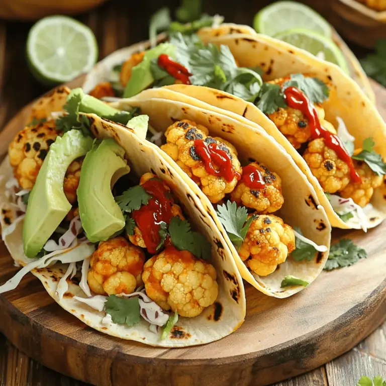 Die Hauptzutaten machen diese Tacos lecker und nahrhaft. Hier ist, was du brauchst: - 1 mittelgroßer Kopf Blumenkohl, in Röschen zerteilt - 8 kleine Maistortillas - 1 Tasse gewiegter Kohl (rot oder grün) - 1 Avocado, in Scheiben geschnitten - Frischer Koriander zur Garnierung - Limettenviertel zum Servieren Blumenkohl ist die Hauptzutat. Er ist gesund und hat eine tolle Textur. Die Maistortillas sind weich und nehmen die Füllung gut auf. Der Kohl gibt einen knackigen Biss, und die Avocado fügt Cremigkeit hinzu. Die Gewürze und Öle machen die Tacos scharf und aromatisch. Hier sind die Zutaten: - 3 Esslöffel Olivenöl - 2 Esslöffel Sriracha-Sauce (nach Geschmack anpassen) - 1 Teelöffel geräuchertes Paprikapulver - 1 Teelöffel Knoblauchpulver - 1 Teelöffel Zwiebelpulver - Salz und Pfeffer nach Geschmack Olivenöl hilft, den Blumenkohl zu rösten. Sriracha gibt die Schärfe. Geräuchertes Paprikapulver bringt einen tollen Geschmack. Knoblauch- und Zwiebelpulver sind einfache Gewürze, die viel Aroma bringen. Frische Beilagen machen die Tacos noch besser. Hier sind einige Ideen: - Gehackte Tomaten - Geschnittene Radieschen - Frischer Limettensaft Diese Beilagen bringen Farbe und Frische. Tomaten und Radieschen sind knackig und süß. Limettensaft gibt einen tollen, sauren Kick. All diese Zutaten machen deine Tacos lebendig und lecker. Du kannst die Zutaten nach deinem Geschmack anpassen. Wenn du das volle Rezept ausprobieren möchtest, schau dir die [Full Recipe] an. Heize deinen Ofen auf 220°C vor. Nimm einen mittelgroßen Kopf Blumenkohl und zerteile ihn in Röschen. Achte darauf, dass alle Röschen gleich groß sind. So garen sie gleichmäßig. Lege ein großes Backblech mit Backpapier aus. Das verhindert, dass der Blumenkohl anklebt. In einer großen Schüssel vermenge die Blumenkohlröschen mit 3 Esslöffeln Olivenöl. Füge 2 Esslöffel Sriracha-Sauce hinzu. Du kannst die Menge anpassen, je nach deinem Geschmack. Dann kommen 1 Teelöffel geräuchertes Paprikapulver, 1 Teelöffel Knoblauchpulver und 1 Teelöffel Zwiebelpulver dazu. Würze mit Salz und Pfeffer. Mische alles gut, bis der Blumenkohl gleichmäßig überzogen ist. Verteile die Röschen auf dem Backblech in einer einzelnen Schicht. Röste den Blumenkohl 25-30 Minuten. Wende ihn nach 15 Minuten, damit er gleichmäßig bräunt. Während der Blumenkohl röstet, wärme die Maistortillas in einer trockenen Pfanne bei mittlerer Hitze. Halte sie etwa 30 Sekunden pro Seite warm. So bleiben sie geschmeidig. Wenn der Blumenkohl fertig ist, nimm ihn aus dem Ofen. Jetzt kannst du die Tacos zusammenstellen. Gib einen großzügigen Löffel des gerösteten Blumenkohls auf jede Tortilla. Füge gewiegten Kohl und Avocadoscheiben hinzu. Garniere die Tacos mit frischem Koriander. Serviere sie mit Limettenvierteln. Damit kannst du die Tacos frisch auspressen. Du findest die vollständige Zubereitung im [Full Recipe]. Um den perfekten gerösteten Blumenkohl zu erzielen, sollten Sie einige Punkte beachten. Wählen Sie frischen Blumenkohl, der fest und ohne braune Stellen ist. Schneiden Sie ihn in gleichmäßige Röschen, damit er gleichmäßig gart. Achten Sie darauf, genug Platz auf dem Backblech zu lassen. So kann die Luft zirkulieren und der Blumenkohl wird schön knusprig. Rösten Sie ihn bei hoher Temperatur, um die besten Aromen zu entwickeln. Die Schärfe Ihrer Tacos kann leicht angepasst werden. Mögen Sie es mild? Verwenden Sie weniger Sriracha. Für mehr Hitze fügen Sie einfach mehr hinzu. Mischen Sie auch etwas Honig oder Agavendicksaft unter die Sriracha. Dies gibt einen süßen Kontrast zur Schärfe und macht die Tacos noch schmackhafter. Experimentieren Sie mit verschiedenen Sriracha-Marken. Einige sind schärfer als andere. Eine schöne Präsentation macht die Tacos noch appetitlicher. Servieren Sie die Tacos auf einem Holzbrett oder einer großen Platte. Garnieren Sie sie mit frischem Koriander und Limettenvierteln. Die Farben des grünen Kohls und der Avocado machen die Tacos lebendig. Verwenden Sie kleine Schalen für zusätzliche Beilagen wie Salsa oder Guacamole. So hat jeder Gast die Möglichkeit, seine Tacos nach Geschmack zu verfeinern. Für das vollständige Rezept besuchen Sie [Full Recipe]. {{image_4}} Du kannst die Würzige Sriracha Blumenkohl-Tacos leicht vegan machen. Verwende einfach pflanzliche Öle und skippe alle tierischen Produkte. Die Hauptzutaten wie Blumenkohl und Tortillas sind bereits vegan. Nutze frische Avocados, um die Tacos cremig zu machen. Vielleicht magst du auch einen pflanzlichen Joghurt als Topping. Die Füllung der Tacos ist flexibel. Du kannst verschiedene Gemüsesorten verwenden. Probier Süßkartoffeln, Zucchini oder Paprika aus. Jedes Gemüse bringt seinen eigenen Geschmack. Röste sie zusammen mit dem Blumenkohl im Ofen. Das ergibt eine bunte Mischung, die toll aussieht und lecker schmeckt. Wenn du Abwechslung magst, probiere andere Saucen. Eine Chili-Limetten-Sauce gibt den Tacos einen frischen Kick. Du kannst auch eine Mango-Salsa für eine süße Note verwenden. Andere beliebte Optionen sind Guacamole oder eine Knoblauchsoße. Diese Saucen passen gut zu den Tacos und machen sie noch spannender. Für das vollständige Rezept, schau dir die [Full Recipe] an. Wenn Sie Tacos übrig haben, lagern Sie diese in einem luftdichten Behälter. So bleiben sie frisch. Stellen Sie sicher, dass die Füllung gut abgekühlt ist, bevor Sie sie lagern. Sie können auch die Tortillas getrennt aufbewahren. Das hilft, die Textur zu erhalten. Um den Blumenkohl einzufrieren, lassen Sie ihn zuerst abkühlen. Legen Sie ihn in einen Gefrierbeutel und drücken Sie die Luft heraus. So bleibt er bis zu drei Monate haltbar. Für die Tortillas können Sie sie ebenfalls einfrieren. Wickeln Sie sie in Folie, um Gefrierbrand zu vermeiden. Um die Tacos aufzuwärmen, verwenden Sie eine Pfanne bei mittlerer Hitze. Legen Sie die Tacos in die Pfanne und wärmen Sie sie etwa zwei Minuten auf jeder Seite. Dadurch werden die Tortillas wieder weich und der Blumenkohl bleibt knusprig. Verwenden Sie die [Full Recipe], um die besten Ergebnisse zu erzielen. Die besten Beilagen zu Sriracha Blumenkohl-Tacos sind einfach und frisch. Hier sind einige tolle Ideen: - Guacamole: Cremig und lecker, passt sie super zu den Tacos. - Salsa: Eine frische Tomatensalsa bringt Farbe und Geschmack. - Reis: Servieren Sie weißen oder braunen Reis als Beilage. - Bohnen: Schwarze Bohnen oder Pintobohnen sind nahrhaft und herzhaft. - Salate: Ein einfacher grüner Salat bringt Frische. Diese Beilagen ergänzen die Würze der Tacos und machen das Essen noch besser. Ja, Sie können Blumenkohl im Airfryer zubereiten. Er wird dadurch knusprig und lecker. Hier ist, was Sie tun sollten: 1. Bereiten Sie den Blumenkohl wie im Rezept vor. 2. Stellen Sie den Airfryer auf 200 °C (400 °F) ein. 3. Legen Sie den gewürzten Blumenkohl in den Korb. 4. Kochen Sie ihn etwa 15-20 Minuten lang. Schütteln Sie den Korb nach der Hälfte der Zeit. So bleibt der Blumenkohl schön knusprig! Der Airfryer spart Zeit und bringt tollen Geschmack. Die Tacos halten im Kühlschrank etwa 2-3 Tage. Lagern Sie die Tacos am besten in einem luftdichten Behälter. Wenn Sie die Zutaten getrennt aufbewahren, bleibt alles frisch. - Blumenkohl: Er bleibt bis zu 3 Tage frisch. - Tortillas: Diese halten sich auch gut, aber werden schnell weich. - Garnierungen: Verwenden Sie frische Zutaten, um den Geschmack zu erhalten. Wenn Sie die Tacos aufwärmen, machen Sie sie in der Mikrowelle oder in der Pfanne. So schmecken sie fast wie frisch gemacht! Tacos mit geröstetem Blumenkohl sind einfach und lecker. Im Blogbeitrag habe ich die Zutaten, eine Schritt-für-Schritt-Anleitung und viele nützliche Tipps geteilt. Sie können die Tacos nach Ihrem Geschmack anpassen und sogar eine vegane Version zubereiten. Denken Sie daran, dass die Präsentation wichtig ist. Sie können die Tacos gut aufbewahren und sogar einfrieren. Probieren Sie diese Tacos aus und genießen Sie jede Biss!