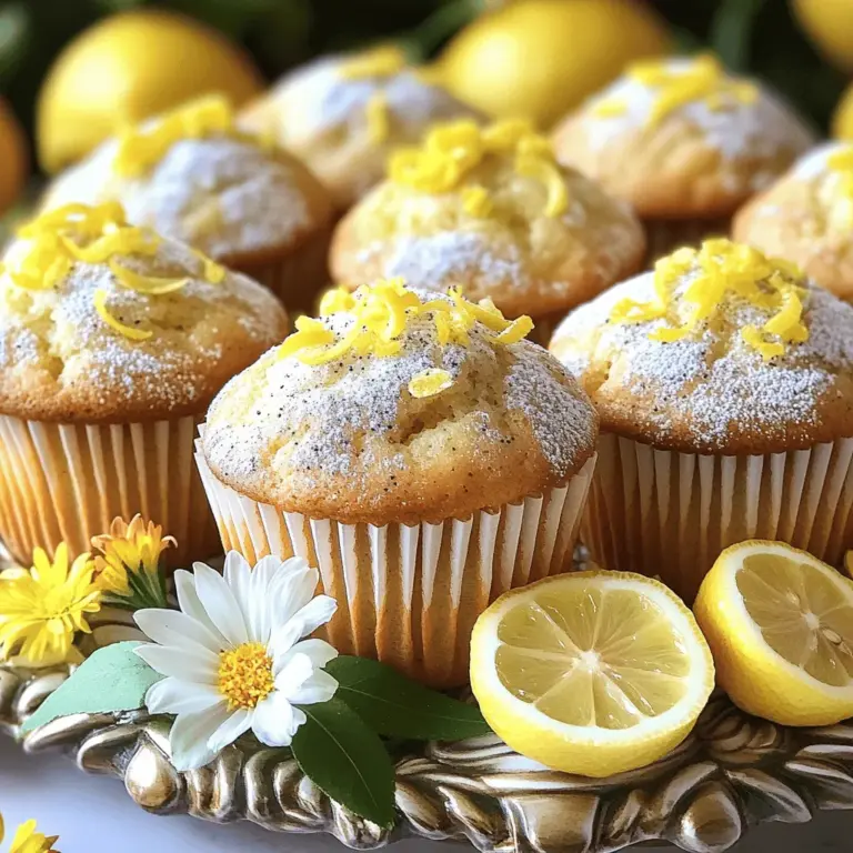 Für die perfekten Zitronen-Mohn-Muffins brauche ich einige einfache Zutaten. Hier ist die Liste: - 1 ½ Tassen Allzweckmehl - ½ Tasse Kristallzucker - 2 Teelöffel Backpulver - ½ Teelöffel Natron - ¼ Teelöffel Salz - 1 Esslöffel Mohnsamen - ½ Tasse ungesalzene Butter, geschmolzen - 2 große Eier - ½ Tasse Buttermilch - Abgeriebene Schale von 1 Zitrone - 2 Esslöffel frischer Zitronensaft - 1 Teelöffel Vanilleextrakt - Optional: Puderzucker zum Bestäuben Diese Zutaten bringen den frischen Geschmack der Zitrone und die knusprigen Mohnsamen zusammen. Sie sorgen für eine tolle Textur und einen besonderen Genuss. Wenn du Gluten meiden möchtest, kannst du glutenfreies Mehl verwenden. Achte darauf, dass alle anderen Zutaten ebenfalls glutenfrei sind. Für eine vegane Variante ersetze die Eier mit einer Mischung aus Leinsamen und Wasser. Nutze pflanzliche Butter und Buttermilch auf pflanzlicher Basis. Diese Anpassungen machen die Muffins für viele Diäten geeignet. Frische Zutaten sind der Schlüssel zu großartigen Muffins. Achte darauf, dass die Zitronen fest sind und einen starken Duft haben. Frische Mohnsamen sollten knusprig sein und nicht alt oder schal riechen. Verwende frische Eier und hochwertige Butter für den besten Geschmack. Wenn deine Zutaten frisch sind, schmecken die Muffins viel besser und sind gesünder. Heize deinen Ofen auf 175°C vor. Das ist wichtig, damit die Muffins gleichmäßig backen. Lege ein Muffinblech mit Papierförmchen aus oder fette es leicht ein. So kannst du die Muffins nach dem Backen einfach herausnehmen. Nimm eine große Schüssel. Mische dort das Mehl, den Zucker, das Backpulver, das Natron, das Salz und die Mohnsamen. Verwende einen Schneebesen, um alles gut zu vermischen. So verteilen sich die Zutaten gleichmäßig, und die Muffins werden fluffig. In einer separaten Schüssel gib die geschmolzene Butter, die Eier, die Buttermilch, die Zitronenschale, den Zitronensaft und den Vanilleextrakt. Rühre alles gut durch, bis die Mischung glatt ist. Diese Zutaten bringen den frischen Geschmack in die Muffins. Gieße die Mischung aus der zweiten Schüssel in die Schüssel mit den trockenen Zutaten. Rühre vorsichtig um, bis alles gerade so vermischt ist. Es ist okay, wenn ein paar Klümpchen bleiben. Fülle den Teig gleichmäßig in die Muffinförmchen, sodass sie etwa ¾ voll sind. Backe die Muffins für 18-22 Minuten. Überprüfe mit einem Zahnstocher, ob sie fertig sind. Wenn er sauber herauskommt, sind die Muffins perfekt. Lass sie 5 Minuten im Blech abkühlen. Danach lege sie auf ein Kuchengitter, um vollständig abzukühlen. Optional kannst du sie mit Puderzucker bestäuben, wenn sie abgekühlt sind. Für das vollständige Rezept schaue dir die [Full Recipe] an. Ein häufiger Fehler ist, die Zutaten zu lange zu mischen. Dies macht die Muffins zäh und fest. Rühren Sie nur, bis alles zusammenkommt. Einige Klümpchen sind in Ordnung. Achten Sie darauf, die Muffinform nicht zu überfüllen. Füllen Sie sie nur bis zu drei Viertel voll. So können die Muffins aufgehen, ohne zu überlaufen. Die richtige Temperatur ist wichtig. Heizen Sie den Ofen auf 175°C vor. Backen Sie die Muffins für 18 bis 22 Minuten. Nutzen Sie einen Zahnstocher, um zu prüfen, ob sie fertig sind. Stecken Sie ihn in die Mitte der Muffins. Wenn er sauber herauskommt, sind sie perfekt. Seien Sie kreativ mit Aromen! Fügen Sie etwas Vanille oder Mandeln hinzu. Auch frische Beeren sind eine tolle Wahl. Mischen Sie die Mohnsamen mit anderen Samen für einen neuen Geschmack. Für eine süße Note bestäuben Sie die Muffins mit Puderzucker nach dem Backen. Diese kleinen Änderungen machen die Muffins noch besser. Für das vollständige Rezept, schauen Sie sich den [Full Recipe] an. {{image_4}} Für eine glutenfreie Version der Zitronen-Mohn-Muffins nutze ich eine Mischung aus glutenfreiem Mehl. Du kannst auch Mandelmehl verwenden, um einen nussigen Geschmack zu erhalten. Ersetze die 1 ½ Tassen Allzweckmehl durch die gleiche Menge glutenfreies Mehl. Achte darauf, dass dein Backpulver ebenfalls glutenfrei ist. Diese Muffins sind ebenso lecker und saftig. Wenn du eine vegane Variante machen möchtest, ersetze die Eier durch Apfelmus oder etwas Chia-Pudding. Für die Butter kannst du pflanzliches Öl oder vegane Butter verwenden. Auch die Buttermilch lässt sich leicht anpassen. Mische einfach ½ Tasse pflanzliche Milch mit 1 Teelöffel Essig und lasse es kurz stehen. So bekommst du eine tolle vegane Version dieser Muffins. Du kannst deine Muffins mit weiteren Zutaten aufpeppen! Blaubeeren passen hervorragend zu den Zitronen-Mohn-Muffins. Füge einfach 1 Tasse frische oder gefrorene Blaubeeren zum Teig hinzu. Wenn du Nüsse magst, sind gehackte Mandeln oder Walnüsse eine tolle Ergänzung. Diese Zusätze bringen zusätzlichen Geschmack und Textur in deine Muffins. Für das vollständige Rezept, sieh dir die [Full Recipe] an. Ich empfehle, die Zitronen-Mohn-Muffins sofort nach dem Abkühlen richtig zu lagern. Die beste Methode ist, sie in einem luftdichten Behälter zu bewahren. Das hilft, die Feuchtigkeit zu halten und trockene Muffins zu vermeiden. Wenn du keinen luftdichten Behälter hast, kannst du auch Frischhaltefolie verwenden. Wenn du die Muffins länger frisch halten möchtest, friere sie ein. Lass sie zuerst vollständig abkühlen. Lege dann jeden Muffin in Frischhaltefolie. Danach kannst du sie in einen Gefrierbeutel legen. So bleiben sie bis zu drei Monate haltbar. Um sie wieder aufzutauen, lass sie einfach bei Raumtemperatur stehen oder erwärme sie kurz in der Mikrowelle. Die Muffins halten sich bei Raumtemperatur etwa 2 bis 3 Tage. Im Kühlschrank bleiben sie bis zu einer Woche frisch. Achte auf Anzeichen von Verderb, wie Schimmel oder einen unangenehmen Geruch. Wenn du etwas bemerkst, wirf die Muffins weg. Sicherheit ist wichtig! Um Muffins luftig zu machen, verwenden Sie frische Zutaten. Achten Sie auf die richtige Menge Backpulver und Natron. Diese helfen beim Aufgehen. Mischen Sie die trockenen Zutaten gut und rühren Sie die feuchten Zutaten nur leicht ein. Übermischen führt zu dichten Muffins. Achten Sie auch darauf, die Muffins nicht zu lange zu backen. Ja, Sie können die Muffins im Voraus zubereiten. Sie können den Teig bis zu einem Tag vorher machen. Lagern Sie ihn im Kühlschrank. Füllen Sie die Förmchen kurz vor dem Backen. Sie können auch die gebackenen Muffins aufbewahren. Lagern Sie sie in einem luftdichten Behälter. So bleiben sie frisch für einige Tage. Die besten Zitronen-Mohn-Muffins finden Sie in lokalen Bäckereien oder Cafés. Fragen Sie nach frischen Muffins mit echten Zutaten. Viele Bäckereien bieten handgemachte Varianten an. Wenn Sie möchten, können Sie auch meine vollständige Rezeptur ausprobieren. So können Sie köstliche Muffins zu Hause backen! Zitronen-Mohn-Muffins sind einfach zu machen und lecker. Wir haben die wichtigsten Zutaten, die Anleitung und hilfreiche Tipps behandelt. Ich hoffe, du hast neue Ideen für Variationen gefunden und weißt jetzt, wie du Muffins richtig lagerst. Bei der Zubereitung kannst du kreativ sein und deine eigenen Akzente setzen. Denk daran, frische Zutaten sind der Schlüssel. Probiere es aus und genieße deine Muffins!