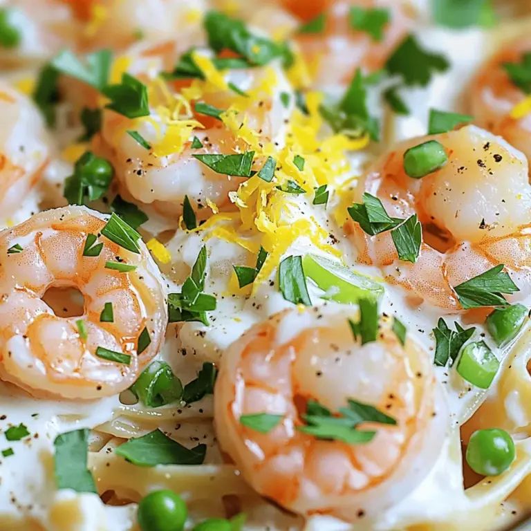 Um cremige Knoblauch-Garnelen zuzubereiten, benötigen Sie die folgenden Hauptzutaten: - 450g große Garnelen, geschält und entdarmt - 4 Knoblauchzehen, fein gehackt - 1 Esslöffel Olivenöl - 1 Esslöffel ungesalzene Butter Diese Zutaten sind der Grundstein für den vollen, reichen Geschmack. Die Garnelen geben den Hauptgeschmack, während der Knoblauch für eine tolle Würze sorgt. Die Sauce macht dieses Gericht besonders cremig und lecker. Hier sind die zusätzlichen Zutaten, die Sie brauchen: - 240ml Sahne - 240ml Hühner- oder Gemüsebrühe - 1 Teelöffel Zitronenabrieb - 1 Esslöffel Zitronensaft - ½ Teelöffel Paprika - Salz und Pfeffer nach Geschmack Die Sahne sorgt für die Cremigkeit. Der Zitronenabrieb und der Saft fügen Frische hinzu, die die Sauce aufhellt. Wenn Sie einen sättigenden Teller wünschen, fügen Sie Pasta hinzu. Ich empfehle: - 225g Fettuccine oder Spaghetti (optional) Die Pasta nimmt die Sauce gut auf und macht das Gericht noch köstlicher. Sie können die Pasta einfach nach Packungsanweisung kochen. So wird alles perfekt kombiniert. Für das vollständige Rezept können Sie [Full Recipe] sehen. Wenn du Pasta magst, koche sie zuerst. Nimm einen großen Topf und fülle ihn mit Wasser. Füge eine Prise Salz hinzu und bringe es zum Kochen. Gib die Fettuccine oder Spaghetti hinein. Koche sie gemäß der Verpackungsanweisung. Wenn die Pasta al dente ist, gieße sie ab und stelle sie beiseite. Jetzt kommt der spannende Teil: die Garnelen! Nimm eine große Pfanne und erhitze das Olivenöl bei mittlerer Hitze. Wenn das Öl heiß ist, füge die großen Garnelen hinzu. Würze sie mit Salz, Pfeffer und Paprika. Brate die Garnelen etwa 2-3 Minuten pro Seite. Sie sollten rosa und durchscheinend sein. Nimm die Garnelen aus der Pfanne und lege sie beiseite. In derselben Pfanne bleibt der Geschmack. Reduziere die Hitze auf mittel und füge die Butter hinzu. Lass sie schmelzen. Jetzt kommt der gehackte Knoblauch. Brate ihn für etwa eine Minute. Er wird aromatisch und lecker! Gieße die Hühner- oder Gemüsebrühe in die Pfanne. Kratze den Boden der Pfanne, um die Aromen zu lösen. Dann füge die Sahne, den Zitronenabrieb und den Zitronensaft hinzu. Lass alles zum Köcheln bringen. Gib die Garnelen wieder in die Pfanne. Köchle die Sauce 5-7 Minuten, bis sie leicht eindickt. Schmecke sie mit Salz und Pfeffer ab. Wenn du Pasta hast, mische sie jetzt mit der Sauce. Stelle sicher, dass alles gut vermischt ist. Du kannst das Rezept [Full Recipe] für mehr Details und Hinweise verwenden. Um perfekte Garnelen zuzubereiten, achte auf die Hitze. Erhitze das Olivenöl gut. Lege die Garnelen in die Pfanne und würze sie gleich. Brate sie 2-3 Minuten pro Seite. Wenn sie rosa sind, sind sie fertig. Überkoche sie nicht, sonst werden sie zäh. Die Sauce sollte cremig, aber nicht zu dick sein. Nach dem Hinzufügen der Sahne und Brühe lass die Sauce köcheln. Rühre gut um, damit sich alle Aromen verbinden. Wenn die Sauce zu dünn ist, koche sie länger. Für die perfekte Konsistenz, achte darauf, dass die Garnelen genug Zeit haben, um in die Sauce einzutauchen. Für eine ansprechende Präsentation serviere die Garnelen in einer tiefen Schüssel. Gebe die Pasta hinein und löffele die Sauce darüber. Ein Hauch von Zitronenabrieb bringt Farbe. Streue frische Petersilie und Frühlingszwiebeln darüber. Das sieht schön aus und macht das Gericht besonders. Für die vollständige Zubereitung, sieh dir das Full Recipe an. {{image_4}} Wenn Sie Garnelen nicht mögen, probieren Sie Hähnchen oder Fisch. Hähnchenbrust eignet sich gut. Schneiden Sie es in kleine Stücke und braten Sie es an. Für Fisch verwenden Sie Lachs oder Kabeljau. Diese Fische sind zart und nehmen den Geschmack der Sauce gut auf. Achten Sie darauf, die Garzeit anzupassen. Hähnchen braucht länger als Garnelen, während Fisch schneller gar ist. Für eine vegane Variante ersetzen Sie die Garnelen durch Pilze. Champignons oder Austernpilze sind tolle Optionen. Sie geben einen herzhaften Geschmack und eine fleischige Textur. Anstelle von Sahne verwenden Sie Kokosmilch oder Cashew-Sahne. Diese sorgen für die Cremigkeit und den Geschmack. Stellen Sie sicher, dass die Brühe vegan ist, um das Gericht vollkommen pflanzlich zu halten. Nutzen Sie frisches Gemüse der Saison, um Ihre Garnelen zu verfeinern. Spargel, Zucchini oder Spinat passen gut. Fügen Sie sie in den letzten Minuten der Garzeit hinzu. So bleiben sie knackig und frisch. Auch Kräuter wie Basilikum oder Thymian können zusätzlichen Geschmack bringen. Frische Zutaten machen das Gericht lebendiger und gesünder. Für das gesamte Rezept von cremigen Knoblauch-Garnelen schauen Sie sich die [Full Recipe] an. Um die restlichen cremigen Knoblauch-Garnelen frisch zu halten, lege sie in einen luftdichten Behälter. Achte darauf, die Garnelen schnell abzukühlen, bevor du sie lagerst. So vermeidest du Bakterien. Die Reste sollten innerhalb von zwei Stunden nach dem Kochen gekühlt werden. Wenn du die Garnelen aufwärmst, arbeite vorsichtig. Erhitze sie in einer Pfanne bei niedriger Hitze. Füge einen Spritzer Brühe oder Sahne hinzu, um die Sauce cremig zu halten. Rühre gut um, damit die Garnelen gleichmäßig warm werden. So bleiben sie zart und lecker. Im Kühlschrank sind die cremigen Knoblauch-Garnelen bis zu drei Tage haltbar. Im Gefrierschrank kannst du sie bis zu drei Monate lagern. Stelle sicher, dass sie gut verpackt sind, um Gefrierbrand zu vermeiden. Zum Auftauen lege sie einfach über Nacht in den Kühlschrank. Für das komplette Rezept, schau dir die Anleitung unter [Full Recipe] an. Cremige Knoblauch-Garnelen halten sich im Kühlschrank etwa 2 bis 3 Tage. Lagern Sie sie in einem luftdichten Behälter. So bleibt der Geschmack frisch. Erhitzen Sie die Garnelen sanft in einer Pfanne oder Mikrowelle. Dies hilft, die zarte Textur zu bewahren. Zu cremigen Knoblauch-Garnelen passen viele Beilagen gut. Hier einige Vorschläge: - Pasta wie Fettuccine oder Spaghetti - Reis, um die Sauce aufzusaugen - Frisches Brot, ideal zum Dippen - Gedünstetes Gemüse für eine gesunde Note Experimentieren Sie mit verschiedenen Beilagen, um Ihre Lieblingskombination zu finden! Ja, Sie können die Sahne durch leichtere Optionen ersetzen. Hier einige Alternativen: - Griechischer Joghurt für eine cremige Textur - Kokosmilch für einen Hauch von Tropenflair - Mandelmilch für eine pflanzliche Option Denken Sie daran, dass sich der Geschmack leicht ändern kann. Probieren Sie verschiedene Optionen aus, um die beste zu finden. Für cremige Knoblauch-Garnelen benötigen Sie etwa 30 Minuten. Die Vorbereitungszeit beträgt etwa 10 Minuten. Das Kochen der Garnelen und die Zubereitung der Sauce dauert weitere 20 Minuten. Dieses schnelle Gericht ist ideal für ein schnelles Abendessen. Für das [Full Recipe] besuchen Sie einfach die vorherige Sektion. Cremige Knoblauch-Garnelen sind einfach zuzubereiten und lecker. Wir haben die Hauptzutaten und Tipps besprochen. Du weißt jetzt, wie du Garnelen perfekt anbrätst und eine tolle Sauce machst. Auch Variationen wie vegane Alternativen sind möglich. Die richtige Lagerung der Reste ist wichtig, damit du sie lange genießen kannst. Mit diesen Schritten wirst du deine Gäste beeindrucken und deine Kochkünste verbessern. Trau dich, kreativ zu sein und deinen eigenen Geschmack einzubringen!