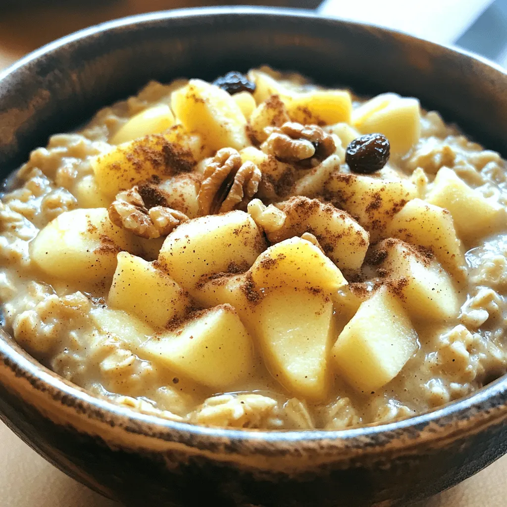 Für einen leckeren Apfel-Zimt-Haferbrei brauchst du: - 1 Tasse zarte Haferflocken - 2 Tassen Wasser oder Milch (oder eine Mischung aus beidem) - 1 mittelgroßer Apfel, gewürfelt (vorzugsweise eine süße Sorte wie Fuji oder Honeycrisp) - 1 Teelöffel Zimt - 2 Esslöffel brauner Zucker oder Ahornsirup (nach Geschmack anpassen) - 1/4 Teelöffel Salz Diese Zutaten bilden die Basis für deinen Haferbrei. Die Haferflocken geben dir die nötige Faser und die Äpfel bringen Süße und Vitamine. Zimt gibt dem Gericht eine warme Note. Du kannst deinen Haferbrei nach Belieben aufpeppen. Hier sind einige Vorschläge: - 1/4 Tasse Rosinen oder getrocknete Cranberries (optional) - Gehackte Walnüsse oder Mandeln zum Garnieren (optional) - Ein Spritzer Vanilleextrakt (optional) Diese Zutaten fügen zusätzliche Texturen und Geschmäcker hinzu. Sie machen dein Frühstück noch interessanter. Der Apfel-Zimt-Haferbrei ist nicht nur lecker, sondern auch gesund. Hier sind einige Nährstoffe, die du bekommst: - Haferflocken sind reich an Ballaststoffen. Sie helfen dir, dich lange satt zu fühlen. - Äpfel sind voll von Vitaminen und Antioxidantien. Sie unterstützen dein Immunsystem. - Zimt kann den Blutzuckerspiegel stabilisieren. - Nüsse sind eine gute Quelle für gesunde Fette und Eiweiß. Mit diesem Gericht nimmst du viele wichtige Nährstoffe auf. Es ist eine nahrhafte und einfache Mahlzeit, die dir Energie für den Tag gibt. Für das komplette Rezept, schau dir den Full Recipe an. Beginne mit der Wahl deiner Haferflocken. Ich empfehle zarte Haferflocken, da sie schnell garen. Verwende eine Tasse und messe das Wasser oder die Milch ab. Du kannst auch eine Mischung aus beidem verwenden. Gieße das Wasser oder die Milch in einen mittleren Topf. Stelle die Hitze auf mittlere Stufe, bis es kocht. Sobald das Wasser oder die Milch kocht, füge die Haferflocken und das Salz hinzu. Rühre gut um. Reduziere die Hitze und lasse die Mischung fünf Minuten köcheln. Jetzt kommt der spannende Teil: Würfle deinen Apfel. Nutze eine süße Sorte wie Fuji oder Honeycrisp für den besten Geschmack. Gib die gewürfelten Äpfel, den Zimt und den braunen Zucker oder Ahornsirup in den Topf. Rühre alles gut durch und lasse es für weitere zwei bis drei Minuten köcheln. Wenn die Äpfel zart sind und der Haferbrei die richtige Konsistenz hat, nimm den Topf vom Herd. Wenn du magst, füge Rosinen oder getrocknete Cranberries hinzu. Für einen besonderen Geschmack kannst du einen Spritzer Vanilleextrakt einrühren. Serviere den Haferbrei sofort in Schalen. Garniere ihn nach Wunsch mit gehackten Walnüssen oder Mandeln. Das gibt einen schönen Crunch und extra Nährstoffe. Folge dieser Schritt-für-Schritt-Anleitung für den perfekten Apfel-Zimt-Haferbrei. Für das vollständige Rezept, schau dir die [Full Recipe] an. Um die perfekte Konsistenz des Haferbreis zu erreichen, ist das Verhältnis von Flüssigkeit zu Haferflocken wichtig. Verwenden Sie eine Tasse Haferflocken und zwei Tassen Flüssigkeit. Kochen Sie die Mischung bei mittlerer Hitze. Rühren Sie regelmäßig um, um ein Anbrennen zu vermeiden. Lassen Sie den Haferbrei bei niedriger Hitze köcheln. Wenn Sie eine cremigere Textur wünschen, fügen Sie mehr Flüssigkeit hinzu. Für einen dickeren Brei reduzieren Sie die Flüssigkeitsmenge. Um den Geschmack zu verbessern, probieren Sie verschiedene Äpfel. Süße Sorten wie Fuji oder Honeycrisp eignen sich gut. Zimt ist der Hauptgeschmacksträger, aber Sie können auch Muskatnuss oder Ingwer hinzufügen. Ein Spritzer Vanilleextrakt verstärkt die Süße. Rosinen oder getrocknete Cranberries bringen zusätzliche Süße und Textur. Experimentieren Sie mit verschiedenen Nüssen wie Walnüssen oder Mandeln für einen nussigen Crunch. Ein schöner Haferbrei sieht einladend aus. Dekorieren Sie Ihren Haferbrei mit einem Apfelschnitz und einer Prise Zimt. Fügen Sie Nüsse obenauf hinzu, um Farbe und Textur zu zeigen. Eine kleine Schale mit Honig oder Sirup kann den Gästen eine zusätzliche Süßungsmöglichkeit bieten. Servieren Sie den Brei in einer hellen Schale, um die Farben hervorzuheben. Ein wenig frische Minze als Garnitur kann ebenfalls Eindruck machen. Diese kleinen Details machen den Haferbrei besonders und ansprechend. {{image_4}} Um Apfel-Zimt-Haferbrei vegan zu machen, ersetzen Sie die Milch durch pflanzliche Alternativen. Mandeldrink oder Hafermilch sind großartige Optionen. So bleibt der Geschmack reichhaltig und cremig. Verwenden Sie einen pflanzlichen Süßstoff wie Agavendicksaft anstelle von braunem Zucker. Diese kleinen Änderungen machen das Rezept perfekt für eine vegane Ernährung. Für glutenfreie Varianten nutzen Sie glutenfreie Haferflocken. Diese sind leicht erhältlich und bieten den gleichen köstlichen Geschmack. Achten Sie darauf, dass alle anderen Zutaten ebenfalls glutenfrei sind. So können Sie sicher sein, dass Ihr Frühstück gesund und lecker bleibt. Um Ihren Apfel-Zimt-Haferbrei zu verfeinern, fügen Sie verschiedene Toppings hinzu. Einige Vorschläge sind: - Gehackte Nüsse wie Walnüsse oder Mandeln - Frische Beeren wie Blaubeeren oder Erdbeeren - Ein Löffel Joghurt oder pflanzlicher Joghurt für Cremigkeit - Ein Spritzer Honig oder Ahornsirup für mehr Süße Diese Variationen machen Ihr Frühstück spannend und vielfältig. Probieren Sie verschiedene Kombinationen aus, um Ihren perfekten Apfel-Zimt-Haferbrei zu finden. Für das vollständige Rezept schauen Sie sich die [Full Recipe] an. Um Apfel-Zimt-Haferbrei frisch zu halten, bewahre ihn im Kühlschrank auf. Verwende einen luftdichten Behälter. So bleibt er bis zu fünf Tage gut. Wenn du mehr machen willst, kannst du auch portionsweise einfrieren. Nutze gefrierfeste Behälter oder Beutel. So bleibt der Haferbrei bis zu drei Monate frisch. Um Reste aufzuwärmen, gib den Haferbrei in einen Topf. Füge etwas Wasser oder Milch hinzu, um die Konsistenz anzupassen. Erhitze ihn bei mittlerer Hitze und rühre gut um. Alternativ kannst du die Mikrowelle nutzen. Erwärme den Haferbrei in einer Schüssel für zwei bis drei Minuten. Rühre nach jeder Minute um, damit er gleichmäßig warm wird. Der zubereitete Apfel-Zimt-Haferbrei bleibt im Kühlschrank bis zu fünf Tage haltbar. Achte darauf, dass er gut verschlossen ist. Wenn du den Brei einfrierst, kann er bis zu drei Monate halten. Denke daran, ihn richtig zu etikettieren, damit du weißt, wann du ihn gemacht hast. Die Zubereitung von Apfel-Zimt-Haferbrei dauert etwa 15 Minuten. Die Vorbereitungszeit ist schnell und einfach. Du brauchst nur 5 Minuten, um alles vorzubereiten. Das Kochen selbst dauert dann nur weitere 10 Minuten. So kannst du eine nahrhafte Mahlzeit in kurzer Zeit genießen. Ja, du kannst andere Früchte hinzufügen. Bananen, Beeren oder Pfirsiche passen gut zu diesem Rezept. Diese Früchte bringen zusätzliche Süße und Nährstoffe. Experimentiere mit verschiedenen Kombinationen, um deinen Lieblingston zu finden. So bleibt dein Haferbrei immer spannend und lecker. Ja, dieses Rezept ist ideal für Kinder. Es ist gesund, nahrhaft und kommt in einem süßen Geschmack. Die Äpfel und der Zimt machen es besonders ansprechend. Du kannst den Zucker anpassen, um es noch gesünder zu machen. Kinder lieben die weiche Textur und den süßen Geschmack. Ja, du kannst den Haferbrei im Voraus zubereiten. Koche ihn einfach und lasse ihn abkühlen. Danach bewahre ihn in einem verschlossenen Behälter im Kühlschrank auf. Wenn du bereit bist, ihn zu essen, erwärme ihn einfach in der Mikrowelle. Füge nach Wunsch frische Früchte oder Nüsse hinzu. Du kannst den Geschmack verbessern, indem du Gewürze hinzufügst. Vanilleextrakt oder Muskatnuss passen gut dazu. Auch ein Spritzer Zitrone kann die Aromen aufhellen. Experimentiere, um deine persönliche Note zu finden. So wird jeder Löffel spannend und lecker. Ja, Haferbrei ist eine großartige Frühstücksoption. Er gibt dir langanhaltende Energie und hält dich satt. Die Ballaststoffe aus den Haferflocken fördern die Verdauung. Dies macht ihn zu einer gesunden Wahl für den Tag. Esse ihn warm oder kalt, je nach Vorliebe. Du kannst den Haferbrei anpassen, um ihn gesünder zu machen. Verwende pflanzliche Milch für eine vegane Option. Reduziere den Zucker oder verwende Honig oder Agavendicksaft. Füge Nüsse oder Samen für mehr Crunch hinzu. So wird dein Frühstück noch nahrhafter und leckerer. Für das vollständige Rezept, schau dir den Full Recipe Abschnitt an. Apfel-Zimt-Haferbrei ist einfach zuzubereiten und nährstoffreich. In diesem Artikel habe ich die besten Zutaten, eine Schritt-für-Schritt-Anleitung und Tipps für Variationen und Lagerung geteilt. Mit diesen Informationen kannst du deinen eigenen Haferbrei ganz nach deinem Geschmack anpassen. Experimentiere mit verschiedenen Früchten und Toppings, um neue Aromen zu entdecken. Egal, ob du eine vegane oder glutenfreie Variante brauchst, es gibt viele Möglichkeiten. Mach deinen Frühstücksstart aufregend und gesund!