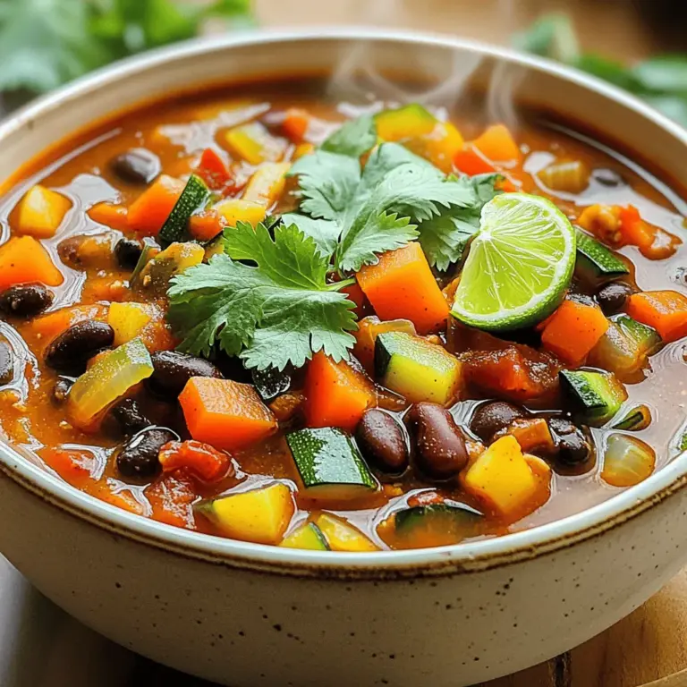 Für einen leckeren Gemüse-Vollgepackten Chili brauchst du einige frische Zutaten. Hier sind die wichtigsten: - 1 Esslöffel Olivenöl - 1 mittlere Zwiebel, gewürfelt - 2 Knoblauchzehen, fein gehackt - 1 Paprika, gewürfelt (jede Farbe) - 2 Karotten, gewürfelt - 1 Zucchini, gewürfelt - 1 Tasse Maiskörner (frisch oder tiefgefroren) - 1 Dose (425 g) schwarze Bohnen, abgespült und abgetropft - 1 Dose (425 g) Kidneybohnen, abgespült und abgetropft - 1 Dose (400 g) gewürfelte Tomaten (mit Saft) Diese Zutaten geben deinem Chili einen tollen Geschmack und viele Nährstoffe. Die Gewürze machen den Chili besonders. Hier sind die, die du brauchst: - 2 Esslöffel Chiliflocken - 1 Teelöffel Kreuzkümmel - 1 Teelöffel geräucherter Paprika - Salz und Pfeffer nach Geschmack - 500 ml Gemüsebrühe Diese Gewürze bringen die Aromen zum Leben. Die Gemüsebrühe sorgt dafür, dass alles schön saftig bleibt. Garnierungen machen das Gericht noch besser. Du kannst Folgendes verwenden: - Frischer Koriander, zum Garnieren Um das Chili zu verfeinern, kannst du auch einen Klecks Sauerrahm oder Joghurt hinzufügen. Diese machen das Gericht cremiger. Für das vollständige Rezept, sieh dir den [Full Recipe] an. Zuerst sammeln Sie alle Zutaten. Sie brauchen ein großes Schneidebrett und ein scharfes Messer. Würfeln Sie die Zwiebel, die Paprika, die Karotten und die Zucchini. Hacken Sie den Knoblauch fein. Diese Schritte sind wichtig, um gleichmäßiges Kochen zu erreichen. Messen Sie auch die Bohnen und die Brühe ab. Halten Sie alles bereit, damit das Kochen schnell geht. Erhitzen Sie das Olivenöl in einem großen Topf bei mittlerer Hitze. Geben Sie die gewürfelte Zwiebel hinein und braten Sie sie etwa fünf Minuten lang an. Sie sollte glasig werden. Fügen Sie dann den Knoblauch hinzu und braten Sie ihn für eine weitere Minute. Der Duft wird köstlich sein! Jetzt können die Paprika und die Karotten in den Topf. Braten Sie sie fünf bis sieben Minuten lang, bis sie weich sind. Fügen Sie die Zucchini und den Mais hinzu und braten Sie alles für weitere drei bis vier Minuten. Jetzt ist es Zeit, die Bohnen und die gewürfelten Tomaten hinzuzufügen. Streuen Sie die Chiliflocken, den Kreuzkümmel und den geräucherten Paprika hinein. Rühren Sie alles gut um, damit sich die Aromen verbinden. Gießen Sie die Gemüsebrühe in den Topf und bringen Sie die Mischung zum Kochen. Reduzieren Sie die Hitze und lassen Sie den Chili etwa 30 Minuten köcheln. Rühren Sie gelegentlich um. Zum Schluss schmecken Sie mit Salz und Pfeffer ab. Lassen Sie den Chili fünf Minuten ruhen, bevor Sie ihn servieren. Für die beste Präsentation verwenden Sie frischen Koriander. Das ist die Schritt-für-Schritt-Anleitung für diesen leckeren veggie-geladenen Chili. Sie werden die Aromen lieben! Für mehr Details schauen Sie sich das vollständige Rezept an. Die Kochzeit ist wichtig für den Geschmack. Ich empfehle, den Chili mindestens 30 Minuten köcheln zu lassen. So verbinden sich die Aromen gut. Rühren Sie gelegentlich um, damit nichts anbrennt. Wenn Sie mehr Tiefe wollen, lassen Sie ihn bis zu 60 Minuten köcheln. Ein häufiger Fehler ist zu viel Hitze. Kochen Sie den Chili bei mittlerer Temperatur. Zu hohe Hitze kann die Bohnen zerbrechen. Ein weiterer Fehler ist, die Gewürze zu früh hinzuzufügen. Fügen Sie Chili-Pulver und andere Gewürze erst nach den frischen Zutaten hinzu. So bleibt der Geschmack frisch. Sie können den Chili auch im Slow Cooker zubereiten. Geben Sie alle Zutaten hinein und lassen Sie ihn 6-8 Stunden auf niedrig. Eine andere Methode ist die Verwendung eines Instant Pots. Kochen Sie alles 10 Minuten unter Druck und lassen Sie es dann 10 Minuten natürlich abkühlen. So sparen Sie Zeit und erhalten einen leckeren Geschmack. Verpassen Sie nicht die [Full Recipe] für mehr Details. {{image_4}} Wenn du eine vegane oder glutenfreie Diät hast, ist dieser Chili perfekt. Alle Zutaten sind pflanzlich und ohne Gluten. Du kannst die Bohnen und das Gemüse nach deinem Geschmack austauschen. Achte darauf, dass die Gemüsebrühe glutenfrei ist. So bleibt dein Chili lecker und gesund. Du kannst viele verschiedene Gemüse verwenden. Ersetze die Zucchini durch Brokkoli oder Blumenkohl. Auch Süßkartoffeln machen sich gut. Füge Spinat oder Grünkohl kurz vor dem Servieren hinzu. Diese Zutaten geben deinem Chili mehr Textur und Nährstoffe. Sei kreativ und nutze, was du magst oder hast! Die Schärfe des Chili lässt sich leicht anpassen. Wenn du es milder magst, reduziere die Chiliflocken oder lass sie ganz weg. Für mehr Schärfe kannst du frische Jalapeños hinzufügen. Diese kannst du klein schneiden und gleich zu Beginn mit anbraten. So bekommst du die perfekte Schärfe für deinen Geschmack. Wenn Sie Chili übrig haben, lassen Sie es zuerst abkühlen. Sobald es Raumtemperatur hat, füllen Sie es in einen luftdichten Behälter. So bleibt der Chili frisch und lecker. Im Kühlschrank hält er sich bis zu fünf Tage. Achten Sie darauf, dass der Behälter gut verschlossen ist. So vermeiden Sie, dass der Chili Gerüche von anderen Lebensmitteln aufnimmt. Um Ihren Chili länger haltbar zu machen, können Sie ihn auch einfrieren. Füllen Sie den abgekühlten Chili in Gefrierbeutel oder Behälter. Lassen Sie dabei etwas Platz oben, damit der Chili beim Gefrieren expandieren kann. Beschriften Sie die Beutel mit Datum und Inhalt. So wissen Sie immer, was drin ist. Im Gefrierschrank bleibt der Chili bis zu drei Monate frisch. Wenn Sie Chili erneut aufwärmen, tauen Sie ihn im Kühlschrank auf. Das dauert mehrere Stunden. Sie können ihn auch in der Mikrowelle oder auf dem Herd aufwärmen. Achten Sie darauf, den Chili gut zu umrühren, damit er gleichmäßig warm wird. Wenn Sie ihn einmal aufgetaut haben, sollten Sie ihn nicht wieder einfrieren. Das kann die Qualität beeinträchtigen. Genießen Sie den Chili direkt nach dem Erwärmen für den besten Geschmack! Du kannst den Chili bis zu fünf Tage im Kühlschrank aufbewahren. Stelle sicher, dass du ihn in einem luftdichten Behälter lagerst. Wenn du eine große Menge gemacht hast, kannst du auch die Hälfte einfrieren. Der Chili hält sich im Gefrierfach bis zu drei Monate. Ja, frisches Gemüse ist perfekt für diesen Chili. Du kannst Karotten, Zucchini oder Paprika frisch verwenden. Achte darauf, sie gut zu waschen und in gleich große Stücke zu schneiden. Das sorgt für ein gleichmäßiges Garen. Um den Chili schärfer zu machen, füge mehr Chiliflocken hinzu. Du kannst auch frische oder eingelegte Chilis verwenden. Eine kleine Menge Jalapeños oder Serrano-Chilis kann den Geschmack intensivieren. Zu deinem Chili passen viele Beilagen. Serviere es mit warmem Brot oder Tortillas. Ein frischer Salat oder Guacamole ergänzen die Aromen gut. Für einen extra Kick kannst du Limettensaft darüber träufeln. Schau dir das [Full Recipe] an, um mehr über die Zubereitung zu erfahren. Zusammenfassend haben wir die Zutaten, die Zubereitung und Tipps für einen leckeren Gemüse-Chili behandelt. Du hast gelernt, wie du die Hauptzutaten auswählst und sie perfekt anbrätst. Wir haben auch Variationen und Lagerinformationen besprochen. Denke daran, deine eigenen Anpassungen vorzunehmen. Experimentiere mit verschiedenen Gemüsesorten und Schärfegraden. So wird dein Chili einzigartig. Mit diesen Infos kannst du ein tolles Gericht zaubern, das jedem schmeckt. Genieß das Kochen und die vielen Möglichkeiten, die du hast!