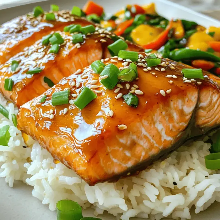 Um den köstlichen Honigknoblauch-Lachs zuzubereiten, benötigen Sie: - 4 Lachsfilets - 60 ml Honig - 45 ml Sojasauce (oder Tamari für glutenfrei) - 3 Knoblauchzehen, fein gehackt - 1 Esslöffel frischer Ingwer, gerieben - 1 Esslöffel Sesamöl - 1 Teelöffel rote Pfefferflocken (optional für Schärfe) - Salz und Pfeffer nach Geschmack - 2 Frühlingszwiebeln, dünn geschnitten (zum Garnieren) - Sesamsamen (zum Garnieren) Die Qualität der Zutaten macht einen großen Unterschied. Wählen Sie frischen Lachs, wenn möglich. Er sollte fest und glänzend sein. Der Honig sollte natürlich und nicht verarbeitet sein, um den besten Geschmack zu erzielen. Verwenden Sie frischen Knoblauch und Ingwer für ein intensives Aroma. Achten Sie beim Kauf von Sojasauce auf die Marke. Einige enthalten viel Zucker oder Zusatzstoffe. Tamari ist eine gute glutenfreie Option, die ebenso lecker ist. Falls Sie Allergien haben, gibt es tolle Alternativen. Für die Sojasauce können Sie Kokosnussaminos verwenden. Diese sind glutenfrei und haben einen ähnlichen Geschmack. Falls Sie auf Fisch verzichten möchten, probieren Sie Tofu oder Gemüse. Sie können die Marinade auch für Hähnchen verwenden. Es ist wichtig, dass Sie die Marinade gut einziehen lassen, damit der Geschmack intensiv wird. Um die Marinade herzustellen, benötigst du eine kleine Schüssel. Hier mischst du 60 ml Honig, 45 ml Sojasauce, drei fein gehackte Knoblauchzehen, einen Esslöffel frischen Ingwer und einen Esslöffel Sesamöl. Wenn du es scharf magst, füge einen Teelöffel rote Pfefferflocken hinzu. Rühre die Mischung gut mit einem Schneebesen. Sie sollte gut verbunden sein und süß-salzig duften. Nimm die vier Lachsfilets und lege sie in eine flache Schüssel oder einen wiederverschließbaren Plastikbeutel. Gieße die Marinade gleichmäßig über den Lachs. Achte darauf, dass jedes Stück gut umhüllt ist. Decke die Schüssel ab oder schließe den Beutel. Stelle den Lachs für mindestens 30 Minuten in den Kühlschrank. Für einen intensiveren Geschmack kannst du ihn bis zu zwei Stunden marinieren. Heize den Ofen auf 200°C (400°F) vor oder bereite den Grill auf mittlere Hitze vor. Wenn du den Ofen nutzt, lege ein Backblech mit Backpapier aus. Nimm den Lachs aus der Marinade und lege ihn mit der Hautseite nach unten auf das Blech. Bewahre die Marinade für später auf. Backe den Lachs etwa 12 bis 15 Minuten, bis er sich leicht mit einer Gabel zerteilen lässt. Wenn du grillst, gar den Lachs etwa 6 bis 8 Minuten pro Seite. Bestreiche ihn dabei gelegentlich mit der zurückbehaltenen Marinade. Während der Lachs gart, kannst du die restliche Marinade in einen kleinen Topf geben. Koche sie bei mittlerer Hitze und lasse sie etwa fünf Minuten köcheln, bis sie leicht eingedickt ist. Sobald der Lachs fertig ist, träufle die reduzierte Marinade gleichmäßig darüber. Garniere die Filets vor dem Servieren mit geschnittenen Frühlingszwiebeln und Sesamsamen. Für die vollständige Rezeptanleitung kannst du die [Full Recipe] ansehen. Die Marinade macht den Unterschied. Ich empfehle, die Zutaten frisch zu verwenden. Frischer Knoblauch und Ingwer bringen den besten Geschmack. Mische sie mit Honig und Sojasauce. Das sorgt für eine süße und salzige Note. Lass die Marinade mindestens 30 Minuten ziehen. So zieht der Geschmack tief in den Lachs ein. Für mehr Aroma kannst du die Marinade bis zu zwei Stunden einwirken lassen. Achte darauf, den Lachs gut zu bedecken, damit jeder Bissen lecker wird. Die Garzeit ist entscheidend. Im Ofen bei 200°C backe den Lachs 12 bis 15 Minuten. Er sollte sich leicht mit einer Gabel teilen lassen. Beim Grillen sind 6 bis 8 Minuten pro Seite ideal. Achte darauf, mit der Marinade zu bestreichen. Das gibt zusätzlichen Geschmack und verhindert, dass der Lachs austrocknet. Teste den Lachs mit einer Gabel, um sicherzugehen, dass er gar ist. Die Präsentation zählt! Serviere den Lachs auf einem Bett aus gedämpftem Reis oder mit buntem Gemüse. Das sieht schön aus und schmeckt gut. Träufle die reduzierte Marinade darüber. Das gibt einen tollen Glanz und Geschmack. Garniere mit dünn geschnittenen Frühlingszwiebeln und Sesamsamen. Das macht dein Gericht noch ansprechender. So wird dein Honigknoblauch-Lachs zum echten Hingucker. {{image_4}} Du kannst Honigknoblauch-Lachs leicht mit anderen Fischen zubereiten. Forelle oder Kabeljau sind gute Alternativen. Diese Fische nehmen die Marinade gut auf. Die Garzeit kann sich leicht ändern. Achte darauf, dass der Fisch nicht zu trocken wird. Bei dünneren Filets wie Forelle, reduziere die Garzeit um ein paar Minuten. Die Marinade ist flexibel. Du kannst frische Kräuter wie Koriander oder Petersilie hinzufügen. Diese geben zusätzlichen Geschmack. Auch Limetten- oder Zitronensaft sorgt für frische Noten. Wenn du es würziger magst, füge mehr rote Pfefferflocken hinzu. Experimentiere mit verschiedenen Gewürzen. So findest du deinen perfekten Geschmack. Für eine vegetarische Option kannst du Tofu verwenden. Wähle festen Tofu, damit er die Marinade gut aufnimmt. Schneide ihn in gleichmäßige Stücke. Mariniere den Tofu für mindestens eine Stunde. Du kannst ihn dann grillen oder im Ofen backen. Eine weitere gute Wahl ist Tempeh. Er hat einen nussigen Geschmack und passt gut zur Marinade. Wenn du Lachs übrig hast, lagere ihn in einem luftdichten Behälter. So bleibt er frisch. Platziere den Behälter im Kühlschrank. Der Lachs bleibt dort bis zu drei Tage genießbar. Vor dem Essen kannst du ihn leicht aufwärmen. Achte darauf, ihn nicht zu lange zu erhitzen. Marinierten Lachs kannst du auch einfrieren. Lege ihn in einen Gefrierbeutel. Entferne so viel Luft wie möglich. So bleibt der Lachs saftig. Du kannst ihn bis zu drei Monate im Gefrierfach lassen. Wenn du ihn benutzen möchtest, tau ihn im Kühlschrank auf. So bleibt der Geschmack erhalten. Die Marinade hält sich gut im Kühlschrank. Du kannst sie bis zu einer Woche aufbewahren. Stelle sicher, dass sie in einem luftdichten Behälter ist. Achte darauf, die Marinade nicht zu lange zu lagern. Wenn sie anfängt, schlecht zu riechen, entsorge sie. Verwende frische Zutaten für bessere Ergebnisse. Ich empfehle, den Lachs mindestens 30 Minuten zu marinieren. Dies gibt den Aromen Zeit, in den Fisch einzuziehen. Wenn du mehr Geschmack möchtest, kannst du ihn bis zu zwei Stunden marinieren. Zu langes Marinieren kann jedoch den Fisch weich machen. Achte also darauf, die Zeit im Blick zu behalten! Ja, dieser Lachs ist gesund! Lachs ist reich an Omega-3-Fettsäuren, die gut für das Herz sind. Honig bietet natürliche Süße und hat antioxidative Eigenschaften. Knoblauch ist ebenfalls gesund und kann das Immunsystem stärken. Achte darauf, die Sojasauce in Maßen zu verwenden, da sie viel Natrium enthält. Wenn du eine glutenfreie Option möchtest, nutze Tamari. Auf jeden Fall! Du kannst die Zutaten nach deinem Geschmack anpassen. Wenn du keinen Honig magst, probiere Ahornsirup oder Agavensirup. Für eine andere Geschmacksnote kannst du auch Zitrussaft hinzufügen. Wenn du kein Sesamöl hast, nimm einfach Olivenöl. Sei kreativ und finde deine perfekte Mischung! Für das vollständige Rezept, schau dir die [Full Recipe] an. Du hast nun alle wichtigen Schritte und Tipps zur Zubereitung von mariniertem Lachs. Wir haben die Zutaten besprochen und spezielle Hinweise für Allergiker gegeben. Die Schritt-für-Schritt-Anleitung zeigt dir, wie du die Marinade richtig machst und den Lachs garst. Wichtig sind auch unsere Tipps für die perfekte Marinade und verschiedene Variationen. Denke an die Aufbewahrungshinweise, damit du deinen Lachs länger genießen kannst. Probiere die verschiedenen Möglichkeiten aus und finde deine Lieblingsversion!