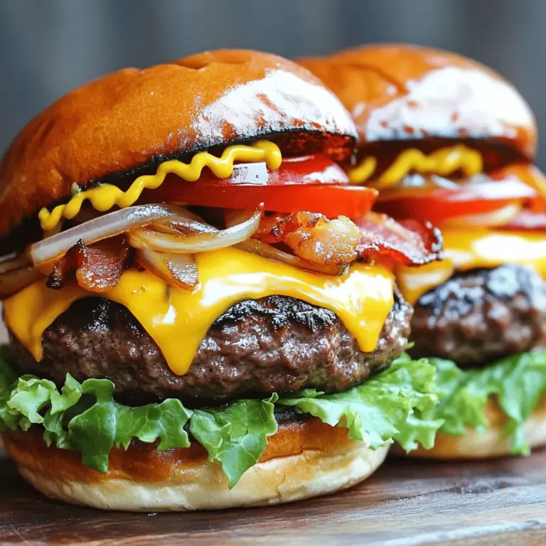 Um einen echten irischen Pub-Burger zu machen, brauchen Sie einige wichtige Zutaten: - 450 g Rinderhackfleisch (vorzugsweise 80/20 für mehr Saftigkeit) - 100 g gereifter irischer Cheddar, gerieben - 4 Scheiben knuspriger Bacon - 1 große Zwiebel, karamellisiert - 4 Brioche-Burgerbrötchen - Blattwerk Salat - Tomatenscheiben - Senf und Mayonnaise als Aufstrich Diese Zutaten machen den Burger herzhaft und voller Geschmack. Die Gewürze sind sehr wichtig für den Geschmack. Verwenden Sie: - 1 Esslöffel Worcestershire-Sauce - 1 Teelöffel Knoblauchpulver - 1 Teelöffel geräuchertes Paprikapulver - Salz und Pfeffer nach Geschmack Diese Gewürze verleihen dem Burger eine tolle Tiefe und ein reichhaltiges Aroma. Die Wahl der Brötchen ist entscheidend. Brioche-Brötchen sind weich und leicht süß. Sie passen perfekt zu den herzhaften Zutaten. Achten Sie darauf, frische Brötchen zu kaufen, die gut toasten. So bleibt der Burger knusprig und lecker. Für das volle Rezept, schauen Sie sich bitte den Full Recipe an. Um die Zwiebeln gut zu karamellisieren, erhitze einen Schuss Olivenöl in einer Pfanne. Schneide die Zwiebel in dünne Scheiben. Füge die Zwiebeln in die heiße Pfanne hinzu und rühre sie oft um. Lass sie etwa 15 Minuten kochen. Sie sollten goldbraun und süß sein. Wenn sie fertig sind, stelle sie beiseite. Nimm 450 g Rinderhackfleisch und gib es in eine große Schüssel. Füge einen Esslöffel Worcestershire-Sauce, einen Teelöffel Knoblauchpulver, einen Teelöffel geräuchertes Paprikapulver, Salz und Pfeffer hinzu. Mische alles gut. Teile die Mischung in vier Portionen. Forme jede Portion zu einem Patty. Mach die Patties etwas größer als die Brötchen. Sie schrumpfen beim Kochen. In der gleichen Pfanne brate vier Scheiben Bacon knusprig. Das dauert etwa 6 bis 8 Minuten. Nimm den Bacon heraus und lass ihn auf Küchenpapier abtropfen. In der gleichen Pfanne grillst du die Patties bei mittlerer bis hoher Hitze. Brate sie ca. 4-5 Minuten auf jeder Seite. In den letzten Minuten lege den geriebenen irischen Cheddar auf jedes Patty, damit er schmilzt. Röste die Brioche-Brötchen leicht in der Pfanne. Verteile etwas Mayonnaise und Senf auf die Brötchen. Lege ein Blatt Salat auf die untere Brötchenhälfte. Setze das Patty darauf, gefolgt von zwei Bacon-Scheiben und einem Löffel karamellisierter Zwiebeln. Füge Tomatenscheiben hinzu und decke den Burger mit der oberen Brötchenhälfte ab. Für die vollständige Zubereitung kannst du das Rezept in der [Full Recipe] nachlesen. Um saftige Patties zu machen, achte auf die Fleischqualität. Nutze 80/20 Rinderhackfleisch für mehr Fett. Das bringt Geschmack und Saftigkeit. Forme die Patties etwas größer als die Brötchen. Sie schrumpfen beim Kochen. Koche sie bei mittlerer bis hoher Hitze. So bekommst du eine schöne Kruste. Wende die Patties nur einmal. Das hilft, den Saft zu halten. Du kannst viele Toppings und Saucen verwenden. Neben Cheddar schmecken auch Blauschimmelkäse oder Gouda gut. Probiere frische Avocado oder Jalapeños für einen Kick. Für die Saucen sind Senf und Mayonnaise klassisch. Du kannst auch BBQ-Sauce oder eine scharfe Salsa nehmen. Experimentiere mit verschiedenen Kombinationen. So wird jeder Burger anders und spannend. Die Präsentation macht viel aus. Nutze frische Zutaten. Lege zuerst das Blattwerk Salat auf das Brötchen. Dann kommt das Patty. Achte darauf, dass der geschmolzene Käse sichtbar ist. Füge die karamellisierten Zwiebeln und den Bacon hinzu. Tomatenscheiben kommen oben drauf. Schließe den Burger mit der oberen Brötchenhälfte. Serviere die Burger auf einem schönen Teller. Ein paar frische Kräuter oder Pommes daneben machen das Bild perfekt. Nutze die Full Recipe für eine detaillierte Zubereitung. {{image_4}} Wenn du einen vegetarischen Burger machen möchtest, gibt es viele Optionen. Du kannst schwarze Bohnen oder Kichererbsen verwenden. Diese Hülsenfrüchte sind nahrhaft und lecker. Mische sie mit Zwiebeln, Knoblauch und Gewürzen. Forme daraus Patties und brate sie. Du kannst auch ein Portobello-Pilz verwenden. Mariniere den Pilz und grille ihn. Er hat einen herzhaften Geschmack, der gut zu den Brötchen passt. Für einen kreativen Twist kannst du Fusion-Varianten ausprobieren. Füge zum Beispiel Avocado und eine scharfe Salsa hinzu. Diese Zutaten bringen Frische und Würze. Du kannst auch Asiatische Aromen nutzen. Vermische Teriyaki-Sauce mit dem Patty oder füge Kimchi hinzu. Diese Kombinationen verleihen dem Burger einen neuen Geschmack und machen ihn spannend. Wenn du Gluten vermeiden möchtest, wähle glutenfreie Brötchen. Diese sind oft aus Reis- oder Maismehl. Du kannst auch Salatblätter verwenden, um den Burger zu umwickeln. Das ist leicht und gesund. Achte darauf, dass alle anderen Zutaten ebenfalls glutenfrei sind. So genießt du deinen leckeren Burger ohne Bedenken. Für die vollständige Zubereitung dieser köstlichen Varianten, schau dir das Full Recipe an. Wenn Sie Burger übrig haben, bewahren Sie sie in einem luftdichten Behälter auf. Stellen Sie sicher, dass die Burger vollständig abgekühlt sind. So bleibt die Feuchtigkeit drin. Sie können die Burger bis zu drei Tage im Kühlschrank lagern. Dies hilft, den Geschmack frisch zu halten. Um Patties einzufrieren, legen Sie sie auf ein Backblech. Stellen Sie sicher, dass sie sich nicht berühren. Frieren Sie sie dann für etwa zwei Stunden ein. Danach können Sie die Patties in einen Gefrierbeutel umpacken. So nehmen sie weniger Platz ein. Sie sollten die Patties innerhalb von drei Monaten verwenden. Die Zutaten für den Burger haben unterschiedliche Haltbarkeiten: - Rinderhackfleisch: 1-2 Tage im Kühlschrank, bis zu 4 Monate im Gefrierfach. - Gereifter irischer Cheddar: 2-4 Wochen im Kühlschrank. - Bacon: 1 Woche im Kühlschrank, bis zu 6 Monate im Gefrierfach. - Zwiebeln: 1-2 Monate bei Raumtemperatur, bis zu 2 Monate im Kühlschrank. - Brioche-Brötchen: 3-5 Tage im Kühlschrank, bis zu 3 Monate im Gefrierfach. Achten Sie darauf, die Zutaten gut zu lagern. So bleibt der Geschmack frisch und lecker. Um den besten irischen Pub-Burger zu machen, verwenden Sie frische Zutaten. Beginnen Sie mit gutem Rinderhackfleisch, am besten 80/20. Fügen Sie gereiften Cheddar hinzu, um den Geschmack zu heben. Karamellisierte Zwiebeln bringen Süße und Tiefe. Grillen Sie die Patties bei mittlerer Hitze für saftige Ergebnisse. Vergessen Sie nicht, die Brötchen zu toasten. Die richtige Balance zwischen Fleisch, Käse und Toppings macht den Burger perfekt. Ja, Sie können den Cheddar ersetzen. Probieren Sie Gouda oder Brie für einen anderen Geschmack. Mozzarella gibt einen milden, cremigen Effekt. Achten Sie darauf, dass der Käse gut schmilzt. So bleibt der Burger saftig und lecker. Um Patties saftig zu halten, verwenden Sie fettreiches Fleisch. Formen Sie die Patties locker und drücken Sie eine Vertiefung in die Mitte. Dies verhindert, dass sie beim Grillen aufblähen. Grillen Sie die Patties bei mittlerer Hitze und wenden Sie sie nur einmal. Lassen Sie sie ruhen, bevor Sie sie servieren. So bleibt der Saft im Burger. Der irische Pub-Burger hat seinen Ursprung in den Pubs Irlands. Er kombiniert lokale Zutaten und traditionelle Kochkunst. In vielen Pubs finden Sie diese Burger als Teil der Speisekarte. Der Burger steht für Geselligkeit und guten Geschmack. Jeder Biss erinnert an die herzliche Atmosphäre eines irischen Pubs. Für das volle Erlebnis, probieren Sie das Rezept für einen deftigen Irish Pub Burger. Der irische Pub-Burger ist ein Genuss, den du selbst zubereiten kannst. Wir haben die Zutaten, Kochmethoden und Variationen besprochen. Auch Tipps zur Präsentation und Lagerung waren wichtig. Diese einfachen Schritte helfen dir, leckere Burger zu machen. Denk daran, deine Patties saftig zu halten. Verpasse nicht die Möglichkeit, mit Toppings zu experimentieren. Genieße die verschiedenen Variationen, ob klassisch oder vegetarisch. Deine eigene Burger-Kreation wird sicher ein Hit!