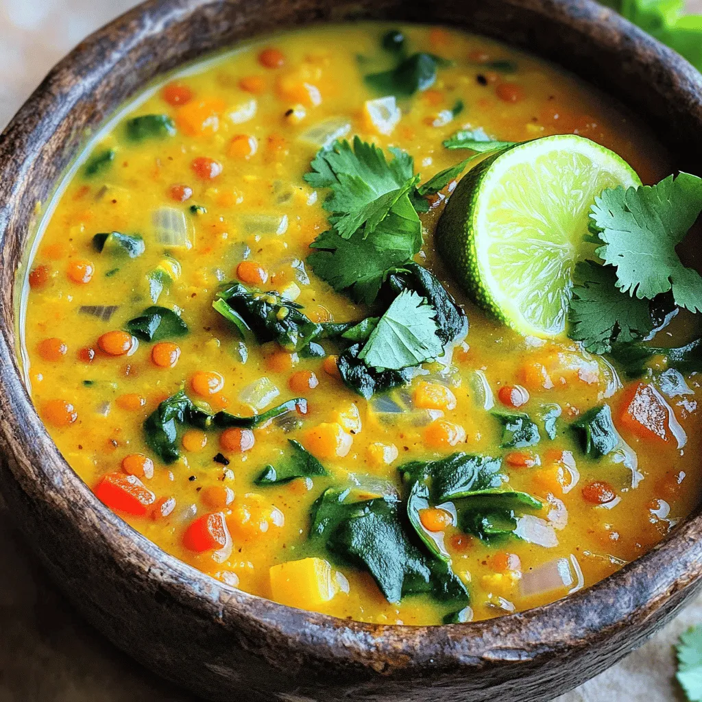 Für meine Kokos-Curry-Linsen-Suppe brauche ich einige einfache, aber schmackhafte Zutaten. Hier ist die Liste: - 1 Tasse rote Linsen, gut abgespült - 1 Dose (13,5 oz) Kokosmilch - 4 Tassen Gemüsebrühe - 1 mittelgroße Zwiebel, gewürfelt - 2 Knoblauchzehen, fein gehackt - 1 Esslöffel frischer Ingwer, gerieben - 2 Esslöffel rote Currypaste - 1 Esslöffel Olivenöl - 1 Teelöffel Kurkumapulver - 1 Teelöffel Kreuzkümmelpulver - 1 Tasse gewürfelte Karotten (etwa 2 mittelgroße Karotten) - 1 rote Paprika, gewürfelt - 2 Tassen frischer Spinat - Salz und Pfeffer nach Geschmack - Frischer Koriander zur Garnitur - Limettenschnitze zum Servieren Ich benutze rote Linsen, weil sie schnell gar sind. Kokosmilch gibt der Suppe eine cremige Textur. Gemüsebrühe sorgt für den herzhaften Geschmack. Die Gewürze bringen das volle Aroma in die Suppe. Rote Currypaste ist der Star. Sie gibt der Suppe eine schöne Schärfe. Kurkumapulver und Kreuzkümmelpulver runden den Geschmack ab. Ingwer und Knoblauch sorgen für eine frische Note. Ich finde, die richtige Mischung macht den Unterschied. Man kann die Gewürze anpassen, je nach Vorliebe. Aber diese Kombination ist einfach perfekt. Frische Beigaben machen die Suppe noch besser. Ich empfehle, frischen Koriander zum Garnieren zu verwenden. Ein Spritzer Limette gibt der Suppe einen tollen Frischekick. Man kann auch frischen Spinat oder andere Kräuter hinzufügen. Die Beigaben bringen Farbe und Geschmack. Sie machen das Gericht lebendiger und ansprechender. Probieren Sie es aus! Für die vollständige Zubereitung, schauen Sie sich das Full Recipe an. Um die Kokos-Curry-Linsen-Suppe gut zuzubereiten, beginne mit der Vorbereitung. Du brauchst: - 1 Tasse rote Linsen, gut abgespült - 1 Dose (13,5 oz) Kokosmilch - 4 Tassen Gemüsebrühe - 1 mittelgroße Zwiebel, gewürfelt - 2 Knoblauchzehen, fein gehackt - 1 Esslöffel frischer Ingwer, gerieben - 2 Esslöffel rote Currypaste - 1 Esslöffel Olivenöl - 1 Teelöffel Kurkumapulver - 1 Teelöffel Kreuzkümmelpulver - 1 Tasse gewürfelte Karotten (etwa 2 mittelgroße Karotten) - 1 rote Paprika, gewürfelt - 2 Tassen frischer Spinat - Salz und Pfeffer nach Geschmack - Frischer Koriander zur Garnitur - Limettenschnitze zum Servieren Sorge dafür, dass alles bereit ist. Das macht das Kochen einfacher und schneller. Erhitze das Olivenöl in einem großen Topf bei mittlerer Hitze. Füge die Zwiebel hinzu und brate sie etwa 5 Minuten lang, bis sie durchsichtig wird. Dann kommen der gehackte Knoblauch und der Ingwer dazu. Brate alles für eine weitere Minute, bis die Aromen freigelassen werden. Jetzt füge die rote Currypaste, das Kurkumapulver und das Kreuzkümmelpulver hinzu. Rühre alles gut um. Lass die Gewürze zwei Minuten weiterkochen. So entfalten sich die Aromen besser. Gieße nun die Gemüsebrühe in den Topf und bringe die Mischung zum Kochen. Sobald die Flüssigkeit kocht, füge die roten Linsen, Karotten und die rote Paprika hinzu. Reduziere die Hitze und lasse die Suppe 20 Minuten lang köcheln. Die Linsen sollten am Ende zart sein. Rühre die Kokosmilch und den frischen Spinat ein. Lass die Suppe für weitere 5 Minuten aufwärmen. Schmecke sie mit Salz und Pfeffer ab. Serviere die Suppe heiß in Schalen. Garniere sie mit frischem Koriander. Ein Limettenschnitz an der Seite bringt einen frischen Kick. Du findest die vollständige Anleitung in der [Full Recipe]. Um die beste Konsistenz für die Kokos-Curry-Linsen-Suppe zu erreichen, beachten Sie einige einfache Punkte. Die roten Linsen zerfallen schnell. Kochen Sie sie nicht zu lange, sonst wird die Suppe breiig. Achten Sie darauf, die Linsen nur 20 Minuten köcheln zu lassen. Wenn Sie eine dickere Suppe möchten, reduzieren Sie die Brühe. Mögen Sie es flüssiger? Fügen Sie mehr Brühe oder Kokosmilch hinzu. Es gibt viele Wege, diese Suppe zu variieren. Fügen Sie zusätzliches Gemüse wie Süßkartoffeln oder Zucchini hinzu. Sie können auch andere Linsensorten verwenden, wie grüne oder schwarze Linsen. Wenn Sie es schärfer mögen, geben Sie mehr Currypaste oder frische Chili hinzu. Experimentieren Sie mit verschiedenen Kräutern. Basilikum oder Petersilie geben frische Aromen. Um den Geschmack zu vertiefen, probieren Sie folgende Tipps. Rösten Sie die Gewürze vor dem Kochen. Das bringt die Aromen besser zur Geltung. Ein Spritzer Limettensaft kurz vor dem Servieren macht die Suppe lebendig. Verwenden Sie frischen Koriander als Garnitur. Das bringt nicht nur Farbe, sondern auch frische Noten. Für mehr Umami können Sie auch etwas Sojasauce hinzufügen. Für das komplette Rezept empfehle ich Ihnen den Abschnitt Full Recipe zu besuchen. {{image_4}} Um Reste Ihrer Kokos-Curry-Linsen-Suppe aufzubewahren, lassen Sie sie zuerst abkühlen. Füllen Sie die Suppe dann in luftdichte Behälter. Lassen Sie etwas Raum für die Ausdehnung beim Einfrieren. Ich empfehle, die Suppe in Portionen zu teilen. So können Sie nur das aufwärmen, was Sie brauchen. Wenn Sie die Suppe wieder aufwärmen, tun Sie dies langsam. Verwenden Sie einen Topf bei mittlerer Hitze. Rühren Sie die Suppe häufig um, damit sie gleichmäßig warm wird. Fügen Sie bei Bedarf etwas Gemüsebrühe oder Wasser hinzu, um die Konsistenz zu verbessern. Sie können auch einen Schuss Kokosmilch hinzufügen, um den Geschmack aufzufrischen. Im Kühlschrank hält sich die Kokos-Curry-Linsen-Suppe bis zu fünf Tage. Achten Sie darauf, die Suppe gut zu verpacken. Im Gefrierschrank kann die Suppe bis zu drei Monate gelagert werden. Denken Sie daran, die Behälter zu beschriften. So wissen Sie immer, was Sie haben. Um die Kokos-Curry-Linsen-Suppe zu ergänzen, sind einige Beilagen ideal: - Reis: Weißer oder brauner Reis passt gut. - Naan-Brot: Weiches Naan ist perfekt zum Dippen. - Quinoa: Diese proteinreiche Option ist nahrhaft und lecker. - Salat: Ein frischer grüner Salat bringt eine schöne Frische. Die Garnitur macht die Suppe noch ansprechender. Hier sind einige Ideen: - Frischer Koriander: Ein Klassiker für die Dekoration. - Limettenschnitze: Sie bringen Frische und einen spritzigen Geschmack. - Chiliflocken: Für eine scharfe Note, wenn Sie es mögen. - Joghurt: Ein Klecks Joghurt bietet eine cremige Ergänzung. Zu dieser herzhaften Suppe passen auch leckere Getränke: - Kokoswasser: Erfrischend und passend zum Gericht. - Eiswasser mit Zitrone: Eine einfache, aber erfrischende Wahl. - Tee: Grüner oder Kräutertee bringt eine angenehme Note. - Weißwein: Ein trockener Wein passt gut zu den Aromen. Probieren Sie diese Vorschläge aus, um Ihre Mahlzeit zu bereichern. So machen Sie die Erfahrung mit der Kokos-Curry-Linsen-Suppe noch schöner. Für das vollständige Rezept schauen Sie bitte auf die [Full Recipe]. Um die Kokos-Curry-Linsen-Suppe vegan zu machen, achte darauf, dass du keine tierischen Produkte verwendest. In diesem Rezept benutzen wir bereits Kokosmilch, die pflanzlich ist. Du kannst sicherstellen, dass die Gemüsebrühe auch vegan ist. Viele Brühen enthalten kein Fleisch oder Tierprodukte. Ansonsten bleibt das Rezept gleich. Ja, du kannst andere Linsensorten verwenden. Rote Linsen sind schnell gar und geben eine schöne Textur. Grüne oder braune Linsen brauchen länger zum Kochen. Sie bleiben fester und verändern die Konsistenz der Suppe. Wenn du andere Linsen wählst, erhöhe die Kochzeit um etwa 10 bis 15 Minuten. Die Suppe hält sich im Kühlschrank etwa 4 bis 5 Tage. Stelle sicher, dass du sie in einem luftdichten Behälter aufbewahrst. Wenn du die Suppe einfrieren möchtest, kannst du dies bis zu 3 Monate tun. Achte darauf, sie in portionsgerechten Behältern einzufrieren. So kannst du sie leicht aufwärmen, wenn du Lust auf eine köstliche Suppe hast. Für das vollständige Rezept, sieh dir die [Full Recipe] an. Diese Kokos-Curry-Linsen-Suppe ist einfach zuzubereiten und sehr nahrhaft. Wir haben die Hauptzutaten und Gewürze besprochen. Auch die perfekten Tipps zur Konsistenz und zum Geschmack haben wir behandelt. Mit guten Lagerungshinweisen bleibt die Suppe lange frisch. Serviervorschläge runden das Gericht ab und machen es vielseitig. Probiere die Suppe aus und entdecke deine Lieblingsvarianten. Ihre Wärme und den reichen Geschmack wirst du lieben.