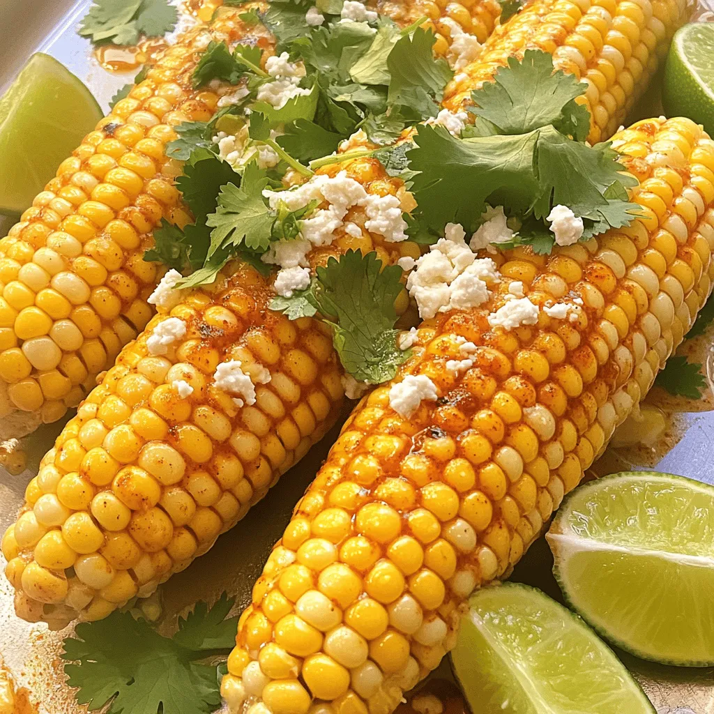 - 4 frische Maiskolben, enthäutet - 60 g ungesalzene Butter, weich - 2 Esslöffel frischer Limettensaft - 1 Teelöffel Limettenschale Die Hauptzutaten sind einfach, aber wichtig. Frische Maiskolben geben den besten Geschmack. Wähle die Maiskolben, die fest und golden sind. Die ungesalzene Butter sorgt für eine cremige Textur. Limettensaft und -schale bringen eine frische Note. Diese Kombination macht das Gericht besonders lecker. - 1 Esslöffel Chilipulver (nach Geschmack anpassen) - 1 Teelöffel Knoblauchpulver - 1/2 Teelöffel Salz - 1/4 Teelöffel schwarzer Pfeffer - Zerbröselter Cotija-Käse (zum Bestreuen) - Frischer Koriander, gehackt (zum Garnieren) Die Gewürze geben dem Gericht das gewisse Etwas. Chilipulver fügt Schärfe hinzu. Du kannst die Menge nach deinem Geschmack anpassen. Knoblauchpulver sorgt für einen herzhaften Kick. Cotija-Käse bringt eine salzige Note. Frischer Koriander rundet alles ab und macht das Gericht bunt. Diese Zutaten machen die Kombination aus Chili und Limette perfekt. Für das vollständige Rezept, schau dir die Full Recipe an! - Bring einen großen Topf mit Wasser zum Kochen. - Füge 4 frische, enthäutete Maiskolben hinzu. - Koche den Mais 5-7 Minuten lang, bis er zart ist. - Nimm den Mais vorsichtig aus dem Wasser und lasse ihn abkühlen. - In einer Schüssel vermenge 60 g weiche Butter mit 2 Esslöffeln Limettensaft. - Füge 1 Teelöffel Limettenschale und 1 Esslöffel Chilipulver hinzu. - Gib auch 1 Teelöffel Knoblauchpulver, 1/2 Teelöffel Salz und 1/4 Teelöffel Pfeffer dazu. - Rühre alles gut um, bis die Mischung gleichmäßig aussieht. - Heize deinen Grill oder eine Grillpfanne auf mittlere bis hohe Hitze vor. - Bestreiche die abgekühlten Maiskolben mit der Chili-Limetten-Butter. - Lege die Maiskolben auf den Grill und grille sie 3-4 Minuten. - Wende die Kolben regelmäßig, bis sie schöne Grillstreifen haben. - Nach dem Grillen bestreue die Maiskolben mit zerbröseltem Cotija-Käse und frischem Koriander. Für das vollständige Rezept schau dir die [Full Recipe] an. - Direkte und indirekte Hitze anwenden: Beginne mit direkter Hitze, um den Mais schön zu grillen. So erhält er die besten Grillstreifen. Danach kannst du ihn auf die indirekte Hitze legen. Das hilft, den Mais gleichmäßig zu garen, ohne ihn zu verbrennen. - Turnen für gleichmäßiges Garen: Drehe die Maiskolben regelmäßig. So gart der Mais gleichmäßig und wird perfekt zart. Ein einfacher Griff sorgt für ein großartiges Ergebnis. - Anpassung der Gewürze: Du kannst die Gewürze nach deinem Geschmack anpassen. Magst du es schärfer? Füge mehr Chilipulver hinzu. Für eine mildere Variante nimm weniger. Experimentiere mit den Aromen, um deinen perfekten Geschmack zu finden. - Weitere Beläge zur Auswahl: Neben Cotija-Käse kannst du andere Käsesorten verwenden. Feta oder Parmesan sind ebenfalls lecker. Frische Kräuter wie Schnittlauch oder Petersilie bringen noch mehr Geschmack. Lass deiner Kreativität freien Lauf! {{image_4}} Für ein schmackhaftes Erlebnis kannst du alternative Käsesorten verwenden. Feta oder Parmesan sind tolle Optionen. Diese Käsesorten bringen verschiedene Geschmäcker. Du kannst auch veganen Käse nutzen, um das Rezept pflanzenbasiert zu machen. Zusätzlich kannst du mehr Gemüse hinzufügen. Gegrillte Paprika oder Zucchini passen gut. Diese sind einfach zuzubereiten und machen das Gericht bunter. Du kannst sie direkt auf den Grill legen, während der Mais gart. Um den Schärfegrad zu ändern, probiere verschiedene Chilis. Jalapeños bringen eine milde Schärfe. Habaneros sind sehr scharf und geben mehr Kick. Du kannst die Chilis auch ganz weglassen, wenn dir das lieber ist. Für Kinder empfehle ich mildere Optionen. Statt Chilipulver kannst du Paprikapulver verwenden. Es ist süßlich und nicht scharf. So können auch die Kleinen das leckere Chili Lime Corn on the Cob genießen. Das vollständige Rezept findest du [hier](#). Wenn du noch Mais übrig hast, lagere ihn im Kühlschrank. Wickele die Maiskolben in Frischhaltefolie. So bleibt er frisch und lecker. Du kannst den Mais bis zu drei Tage aufbewahren. Achte darauf, dass er gut eingewickelt ist, um Trockenheit zu vermeiden. Wenn du länger sparen möchtest, friere den zubereiteten Mais ein. Zuerst lasse den Mais vollständig abkühlen. Danach wickel ihn in Frischhaltefolie und lege ihn in einen Gefrierbeutel. Du kannst den Mais bis zu drei Monate im Gefrierfach aufbewahren. Beim Auftauen lege den Mais einfach in den Kühlschrank. Warte, bis er vollständig aufgetaut ist. Dann erwärme ihn in der Mikrowelle oder in einem Topf. So bleibt der Geschmack frisch und die Textur zart. Die ideale Kochzeit für zarten Mais beträgt etwa 5 bis 7 Minuten. Bringe zuerst einen großen Topf mit Wasser zum Kochen. Füge dann die enthäuteten Maiskolben hinzu. Du wirst wissen, dass der Mais fertig ist, wenn er zart ist und leicht mit einer Gabel durchstochen werden kann. Achte darauf, den Mais nicht zu lange zu kochen, da er sonst matschig werden kann. Ja, du kannst die Chili-Limetten-Butter im Voraus zubereiten. Sie hält sich im Kühlschrank etwa eine Woche. Stelle sicher, dass du die Butter in einem luftdichten Behälter aufbewahrst. So bleibt der frische Geschmack erhalten. Wenn du sie verwendest, lasse sie vor dem Auftragen auf den Mais etwas weich werden. Zu Chili Lime Corn on the Cob passen viele Beilagen. Du könntest gegrilltes Hähnchen oder Rindfleisch servieren. Auch frische Salate sind eine gute Wahl. Für Getränke empfehle ich eine kalte Limonade oder ein frisches Bier. Diese Kombinationen machen dein Grillfest noch besser. Zesty Chili Lime Corn on the Cob Zutaten: - 4 frische Maiskolben, enthäutet - 60 g ungesalzene Butter, weich - 2 Esslöffel frischer Limettensaft - 1 Teelöffel Limettenschale - 1 Esslöffel Chilipulver (nach Geschmack anpassen) - 1 Teelöffel Knoblauchpulver - 1/2 Teelöffel Salz - 1/4 Teelöffel schwarzer Pfeffer - Zerbröselter Cotija-Käse (zum Bestreuen) - Frischer Koriander, gehackt (zum Garnieren) Das vollständige Rezept findest du unter [Full Recipe]. Zusammengefasst zeigt dieser Beitrag, wie Sie köstlichen Chili-Limetten-Mais zubereiten. Wir haben die Hauptzutaten besprochen, sowie die Zubereitungsschritte für die perfekte Grillzeit. Tipps und Variationen helfen Ihnen, Ihr Gericht anzupassen. Lagern Sie Reste richtig, damit Sie länger Freude daran haben. Experimentieren Sie mit verschiedenen Gewürzen und Belägen. Kochen kann Spaß machen. Probieren Sie es aus und genießen Sie jedes Mal ein neues Geschmackserlebnis!