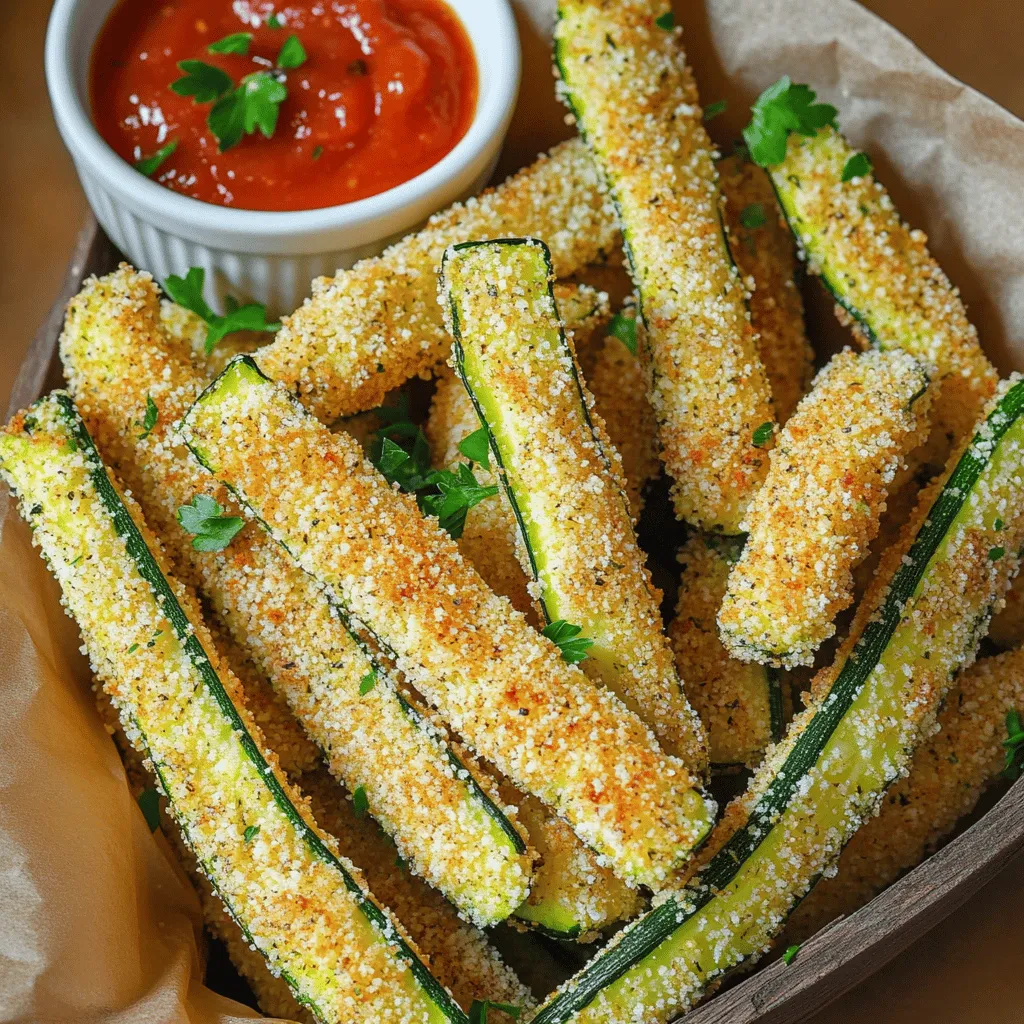 - 2 mittlere Zucchini, in Pommes-frites-Form geschnitten - 1 Tasse Semmelbrösel (vorzugsweise Vollkorn für zusätzlichen Geschmack) - 1/2 Tasse geriebener Parmesan Die Hauptzutaten sind einfach und frisch. Zucchini hat einen milden Geschmack. Sie ist knackig und perfekt für Fritten. Semmelbrösel sorgen für die knusprige Textur. Vollkornsemmelbrösel geben mehr Geschmack. Parmesan bringt eine salzige, würzige Note. Diese Zutaten sind die Grundlage für dein Gericht. - 1 Teelöffel Knoblauchpulver - 1 Teelöffel Zwiebelpulver - 1/2 Teelöffel Paprika Gewürze sind wichtig, um Geschmack zu bringen. Knoblauchpulver gibt einen kräftigen Geschmack. Zwiebelpulver fügt eine süße, aromatische Tiefe hinzu. Paprika bietet eine milde Würze und Farbe. Diese Gewürze machen die Zucchini-Fritten besonders lecker. - 2 große Eier - 1 Esslöffel Olivenöl - Salz und Pfeffer nach Geschmack Eier helfen der Panade, gut zu haften. Olivenöl sorgt für eine goldene, knusprige Oberfläche. Salz und Pfeffer sind wichtig, um den Geschmack zu verstärken. Diese zusätzlichen Zutaten runden das Rezept ab und machen die Fritten unwiderstehlich. Für das vollständige Rezept, schau dir die [Full Recipe] an. Zuerst schneide ich die Zucchini in Pommes-frites-Form. Die Stücke sollten gleichmäßig sein, damit sie gleichmäßig backen. Danach heize ich den Ofen auf 220 °C vor. Ein gut vorgeheizter Ofen macht die Zucchini schön knusprig. Für die Panade vermische ich die Semmelbrösel mit den Gewürzen. Ich nehme eine Schüssel und gebe die Semmelbrösel, den geriebenen Parmesan, das Knoblauchpulver, das Zwiebelpulver, die Paprika und den Oregano hinein. Dann rühre ich alles gut um. In einer anderen Schüssel verquirle ich die Eier und füge das Olivenöl hinzu. Ich mische es gut, bis alles gut verbunden ist. Nun tauche ich jede Zucchinifritte in die Eiermischung. Ich lasse die überschüssige Flüssigkeit abtropfen. Dann wälze ich die Zucchinistücke in der Semmelbröselmischung. Ich drücke sie leicht an, damit die Panade gut haftet. Ich lege die panierten Zucchinifritten auf ein Backblech. Dabei achte ich darauf, dass sie in einer einzigen Schicht angeordnet sind und sich nicht überlappen. Jetzt kommen die Zucchini für 20 bis 25 Minuten in den Ofen. Ich drehe sie einmal um, damit sie gleichmäßig goldbraun werden. Wenn sie fertig sind, lasse ich sie kurz abkühlen, bevor ich sie serviere. Du findest das vollständige Rezept für diese Baked Parmesan Zucchini Fries, um sie selbst auszuprobieren! Um die Zucchini-Fritten knusprig zu machen, verwende ich Vollkornsemmelbrösel. Sie geben mehr Textur und Geschmack. Achte darauf, die Zucchini während des Backens richtig zu wenden. Das hilft, gleichmäßige Bräunung und Knusprigkeit zu erreichen. Dips und Saucen machen jede Mahlzeit besser. Ich empfehle Marinara-Sauce oder Knoblauch-Aioli. Diese passen perfekt zu den Zucchini-Fritten. Garnieren mit frischen Kräutern wie Petersilie bringt Farbe und frischen Geschmack. Für die Zubereitung benötigst du nur ein paar Utensilien. Du brauchst eine Schüssel für die Panade und eine flache für die Eier. Ein Backblech und Backpapier sind wichtig, um das Ankleben zu vermeiden. Diese Utensilien machen das Kochen einfach und schnell. {{image_4}} Sie können die Baked Parmesan Zucchini Fries ganz nach Ihrem Geschmack anpassen. Fügen Sie frische Kräuter hinzu, um mehr Aroma zu erhalten. Rosmarin oder Thymian sind tolle Optionen. Sie bringen einen schönen, frischen Geschmack. Um eine Schärfe hinzuzufügen, verwenden Sie Chili oder Cayennepfeffer. Diese machen die Zucchini-Fritten spannend und aufregend. Beginnen Sie mit einer kleinen Menge und passen Sie die Schärfe nach Ihrem Geschmack an. Parmesan ist großartig, aber Sie können auch andere Käsesorten verwenden. Pecorino Romano hat einen ähnlichen Geschmack, ist aber etwas salziger. Mozzarella bringt eine tolle Zähigkeit, wenn Sie etwas anderes ausprobieren möchten. Für eine vegane Option können Sie Hefeflocken verwenden. Diese geben einen käsigen Geschmack, ohne tierische Produkte. Es gibt auch vegane Käsesorten im Handel, die gut dazu passen. Die Zucchini lässt sich gut mit anderen Gemüsesorten kombinieren. Karotten oder Süßkartoffeln sind ebenfalls lecker. Schneiden Sie sie in ähnliche Formen, damit sie gleichmäßig garen. Um Abwechslung zu schaffen, fügen Sie auch andere Zutaten hinzu. Zum Beispiel kann etwas geriebene Möhre oder Paprika eine neue Textur und Farbe bringen. Experimentieren Sie, um Ihre perfekte Mischung zu finden. Für das komplette Rezept, schauen Sie sich das [Full Recipe] an. Bewahre die Zucchini-Fritten im Kühlschrank auf. Lege sie in einen luftdichten Behälter. So bleiben sie frisch und knusprig. Die Zucchini-Fritten bleiben in diesem Behälter bis zu drei Tage gut. Um die Zucchini-Fritten wieder warm zu machen, benutze den Ofen oder die Pfanne. Das hilft, die Knusprigkeit zu erhalten. Vermeide die Mikrowelle, denn sie macht die Fritten matschig. Lege die Fritten auf ein Backblech und heize den Ofen auf 180 °C vor. Backe sie etwa 10 Minuten. In der Pfanne kannst du etwas Öl verwenden und die Fritten leicht anbraten. Achte auf Anzeichen von Verderb. Riechen die Fritten schlecht oder sehen sie matschig aus? Dann solltest du sie wegwerfen. Die empfohlene Aufbewahrungsdauer beträgt etwa drei Tage im Kühlschrank. Bei guter Lagerung bleiben sie länger frisch. Für das beste Geschmackserlebnis genieße sie frisch nach dem Backen. Für die vollständige Zubereitung siehe das [Full Recipe]. Die Zucchini-Fritten halten sich gut im Kühlschrank. Sie sollten sie in einem luftdichten Behälter aufbewahren. So bleiben sie bis zu drei Tage frisch. Wenn Sie die Fritten länger aufbewahren möchten, können Sie sie auch einfrieren. Legen Sie sie in einen Gefrierbeutel. Dort halten sie sich bis zu zwei Monate. Ja, Sie können die Zucchini-Fritten auch im Airfryer zubereiten! Stellen Sie den Airfryer auf 200 °C ein. Legen Sie die Zucchini-Fritten in einer einzigen Schicht hinein. Backen Sie sie für etwa 15 Minuten. Schütteln Sie den Korb nach der Hälfte der Zeit, damit sie gleichmäßig garen. Ja, dieses Rezept kann glutenfrei sein. Verwenden Sie glutenfreie Semmelbrösel oder Mandelmehl anstelle von normalen Semmelbröseln. So bleiben die Zucchini-Fritten lecker und glutenfrei. Achten Sie darauf, dass alle anderen Zutaten auch glutenfrei sind. Sie können die Zucchini-Fritten ganz nach Ihrem Geschmack würzen. Fügen Sie verschiedene Kräuter wie Basilikum oder Thymian hinzu. Chili-Pulver gibt ihnen eine scharfe Note. Experimentieren Sie mit Gewürzen, um den perfekten Geschmack zu finden. In diesem Blogbeitrag haben wir gemeinsam ein einfaches Rezept für Zucchini-Fritten erkundet. Wir haben die Hauptzutaten wie Zucchini und Parmesan besprochen, auch die gewürzreiche Panade und die besten Tipps für knusprige Fritten. Variationen mit verschiedenen Gewürzen und Käsesorten geben dir mehr Spielraum. Denke daran, die Fritten richtig zu lagern und aufzuwärmen, um ihre Qualität zu erhalten. Jetzt kannst du frische, gesunde Zucchini-Fritten zu Hause genießen. Probiere verschiedene Varianten aus und finde deine Lieblingskombination!