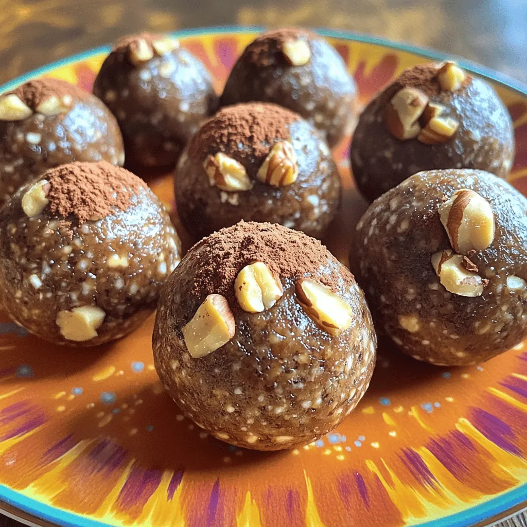 Für die Chocolate Hazelnut Energy Balls brauche ich folgende Zutaten: - 1 Tasse Haferflocken - 1/2 Tasse Haselnüsse, grob gehackt - 1/2 Tasse Mandelbutter - 1/4 Tasse Kokosmehl - 1/3 Tasse Honig oder Ahornsirup - 1/4 Tasse ungesüßtes Kakaopulver - 1 Teelöffel Vanilleextrakt - Eine Prise Salz - Optional: Mini-Dunkle Schokoladenstückchen Diese Zutaten sorgen für einen tollen Geschmack und viel Energie. Die Haferflocken geben eine gute Basis. Sie sind reich an Ballaststoffen und machen satt. Haselnüsse bringen einen nussigen Geschmack und viele gesunde Fette mit. Mandelbutter sorgt für eine cremige Textur und zusätzliche Proteine. Das Kokosmehl gibt einen leicht süßen Geschmack und hat wenig Kohlenhydrate. Falls du keine Haselnüsse magst, kannst du auch Mandeln oder Walnüsse verwenden. Mandelbutter kann durch Erdnussbutter ersetzt werden, wenn du einen kräftigeren Geschmack magst. Wenn du keinen Honig oder Ahornsirup hast, probiere Agavendicksaft oder Dattelsirup. Wenn du eine glutenfreie Option möchtest, achte darauf, zertifizierte glutenfreie Haferflocken zu nutzen. Auch Kokosmehl kann durch Mandelmehl ersetzt werden, wenn du eine andere Textur willst. Diese Zutaten sind nicht nur lecker, sondern auch gesund. - Haferflocken sind reich an Ballaststoffen und helfen der Verdauung. - Haselnüsse bieten gute Fette und Vitamine. - Mandelbutter hat viel Protein und Mineralstoffe. - Kokosmehl hat wenig Kohlenhydrate und viele Ballaststoffe. - Kakaopulver ist voll von Antioxidantien und gibt einen schokoladigen Kick. Insgesamt sind die Chocolate Hazelnut Energy Balls eine großartige Wahl für einen Snack. Sie geben dir viel Energie und sind einfach zu machen. Für das vollständige Rezept schaue dir den Full Recipe an! Zuerst musst du alle Zutaten bereitstellen. Du brauchst eine Tasse Haferflocken, eine halbe Tasse grob gehackte Haselnüsse, Mandelbutter, Kokosmehl, Honig oder Ahornsirup, ungesüßtes Kakaopulver, Vanilleextrakt und eine Prise Salz. Optional kannst du auch Mini-Dunkle Schokoladenstückchen verwenden. Stelle sicher, dass du eine große Rührschüssel und einen Spatel zur Hand hast. Nimm die große Rührschüssel und gib die Haferflocken, grob gehackten Haselnüsse, Kokosmehl, Kakaopulver und die Prise Salz hinein. Mit dem Spatel vermenge alles gut. Achte darauf, dass die trockenen Zutaten gleichmäßig verteilt sind. Diese Mischung bildet die Basis für deine Energy Balls. In einer separaten Schüssel vermischst du die Mandelbutter, den Honig oder den Ahornsirup und den Vanilleextrakt. Rühre alles so lange, bis die Mischung glatt ist. Diese feuchte Mischung wird später in die trockenen Zutaten gegeben. Achte darauf, dass keine Klumpen zurückbleiben. Jetzt kommt der spaßige Teil! Gieße die feuchte Mischung in die Schüssel mit den trockenen Zutaten. Verwende den Spatel, um alles gut zu vermengen. Die Masse sollte gleichmäßig und klebrig sein. Wenn du es schokoladiger magst, füge die Mini-Schokoladenstückchen hinzu. Nimm dann mit deinen Händen kleine Portionen und forme Bällchen von etwa 2,5 cm Durchmesser. Wenn die Mischung zu klebrig ist, befeuchte deine Hände leicht. Lege die geformten Bällchen auf ein mit Backpapier ausgelegtes Blech. Lasse sie für mindestens 30 Minuten im Kühlschrank fest werden. Nach dem Kühlen kannst du sie in einen luftdichten Behälter umfüllen. Sie halten sich dort bis zu zwei Wochen. Ein häufiger Fehler ist, die Zutaten nicht gut zu vermengen. Wenn die Mischung nicht gleichmäßig ist, schmecken die Bällchen nicht gut. Achte darauf, die trockenen und feuchten Zutaten gründlich zu kombinieren. Ein weiterer Fehler ist, die Bällchen zu klein zu formen. Sie sollten etwa 2,5 cm groß sein, damit sie die perfekte Konsistenz haben. Zu kleine Bällchen können trocken und weniger schmackhaft sein. Du kannst die Chocolate Hazelnut Energy Balls anpassen. Probiere, die Haselnüsse durch Mandeln oder Walnüsse zu ersetzen. Das gibt einen neuen Geschmack. Auch die Süße kann variieren. Verwende Honig für mehr Süße oder Ahornsirup für einen anderen Geschmack. Füge Gewürze wie Zimt oder Muskat hinzu, um einen besonderen Kick zu bekommen. Die Konsistenz ist wichtig für den Genuss. Wenn die Mischung zu trocken ist, füge etwas mehr Mandelbutter oder Honig hinzu. Ist sie zu klebrig, kann Kokosmehl helfen. Achte darauf, dass die Bällchen gut zusammenhalten. Nach dem Kühlen im Kühlschrank sind sie leichter zu formen und fester. Wenn du sie aufbewahrst, bewahre sie in einem luftdichten Behälter auf, damit sie frisch bleiben. Für das vollständige Rezept, siehe [Full Recipe]. {{image_4}} Ich liebe es, meinen Energy Balls einen zusätzlichen Schokoladenschub zu geben. Fügen Sie einfach Mini-Dunkle Schokoladenstückchen hinzu. Diese kleinen Stückchen machen die Bällchen süßer und schokoladiger. Sie können auch andere Schokoladenarten verwenden, wie Milchschokolade oder weiße Schokolade. Experimentieren Sie mit verschiedenen Geschmäckern, um Ihre perfekte Mischung zu finden. Möchten Sie mehr Protein in Ihren Energy Balls? Verwenden Sie Proteinpulver! Fügen Sie etwa 1/4 Tasse Ihres Lieblingsproteinpulvers zu den trockenen Zutaten hinzu. Dies macht die Bällchen nicht nur nahrhafter, sondern auch sättigender. Eine weitere tolle Idee ist der Austausch von Mandelbutter gegen Erdnussbutter. Das gibt einen kräftigen Geschmack und noch mehr Protein. Für glutenfreie Energy Balls verwenden Sie glutenfreie Haferflocken. Diese sind leicht zu finden und passen perfekt. Wenn Sie vegane Optionen suchen, ersetzen Sie Honig durch Ahornsirup oder Agavendicksaft. So bleiben die Bällchen süß und pflanzenbasiert. Beide Anpassungen machen das Rezept für alle zugänglich. Sie können die Bällchen ganz nach Ihrem Geschmack gestalten. Denken Sie daran, das Rezept ist sehr anpassbar. Schauen Sie sich das Full Recipe an, um Ihre eigene köstliche Variante zu kreieren! Um die frische und den Geschmack der Chocolate Hazelnut Energy Balls zu bewahren, lagere sie in einem luftdichten Behälter. Stelle sicher, dass der Behälter gut verschlossen ist. Bewahre die Bällchen im Kühlschrank auf. So bleiben sie bis zu zwei Wochen haltbar. Die Haltbarkeit dieser Energy Balls beträgt etwa zwei Wochen im Kühlschrank. Achte darauf, dass du sie in einem luftdichten Behälter aufbewahrst. Wenn du sie länger genießen möchtest, ist das Einfrieren eine gute Option. Du kannst die Energy Balls auch einfrieren. Lege sie auf ein Backblech und friere sie für etwa zwei Stunden ein. Danach kannst du sie in einen gefrierfesten Behälter umfüllen. So bleiben sie bis zu drei Monate frisch. Zum Verzehr einfach die gewünschte Menge entnehmen und über Nacht im Kühlschrank auftauen. So hast du immer einen gesunden Snack zur Hand! Eine Portion von zwei Energy Balls hat etwa 200 Kalorien. Die Kalorien kommen aus den Haferflocken, Haselnüssen und der Mandelbutter. Diese Zutaten bieten gesunde Fette und Ballaststoffe. Wenn du die Mini-Schokoladenstückchen hinzufügst, erhöht sich die Kalorienzahl leicht. Du kannst die genaue Zahl berechnen, indem du die verwendeten Zutaten abwiegst. Ja, du kannst andere Nüsse verwenden! Mandeln, Cashews oder Walnüsse sind gute Alternativen. Denke daran, dass der Geschmack dann leicht anders sein kann. Experimentiere mit verschiedenen Nüssen, bis du deine Lieblingskombination findest. Achte darauf, die gleiche Menge zu verwenden, um die Konsistenz zu halten. Fertige Energy Balls sind in vielen Bioläden und Supermärkten erhältlich. Du findest sie oft in der Snack-Abteilung oder im Bereich für gesunde Lebensmittel. Achte darauf, die Zutatenliste zu überprüfen. Einige Marken verwenden Zucker oder künstliche Zusätze. Am besten ist es, sie selbst zu machen, um die Qualität zu kontrollieren. Die Energy Balls halten sich im Kühlschrank bis zu zwei Wochen. Bewahre sie in einem luftdichten Behälter auf. Für längere Haltbarkeit kannst du sie auch einfrieren. So bleiben die Aromen frisch und du hast immer einen schnellen Snack zur Hand. Wir haben die wichtigsten Punkte zu Chocolate Hazelnut Energy Balls durchleuchtet. Du kennst jetzt die besten Zutaten, die Schritte zur Zubereitung und nützliche Tipps. Variationen passen zu jedem Geschmack, und die Lagerung ist ganz einfach. Denk daran, wie wichtig die richtige Konsistenz und Frische sind. Probiere verschiedene Kombinationen aus. So findest du deine perfekte Mischung. Such die Freude an gesunden Snacks und genieße deine Energy Balls!