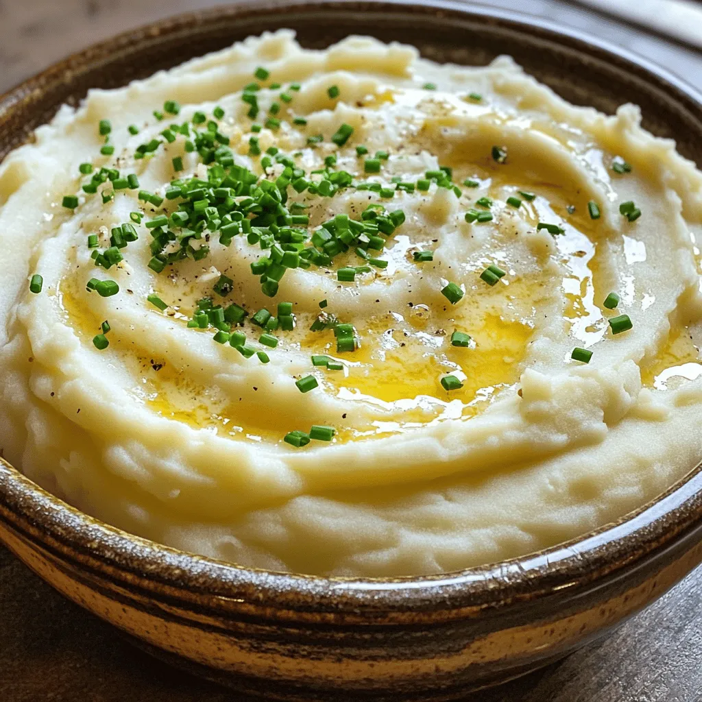 - 900 g Yukon Gold Kartoffeln, geschält und gewürfelt - 240 ml Sahne - 4 Knoblauchzehen, fein gehackt - 115 g ungesalzene Butter, gewürfelt - Salz und schwarzer Pfeffer nach Geschmack - 60 g frische Schnittlauch, gehackt (zum Garnieren) - Optional: 50 g geriebener Parmesan für zusätzliche Cremigkeit Ich liebe es, mit Yukon Gold Kartoffeln zu arbeiten. Sie haben einen tollen Geschmack. Du kannst sie einfach schälen und würfeln. So bereitest du sie für das Püree vor. Die Sahne und der Knoblauch bringen eine wunderbare Tiefe. Die ungesalzene Butter macht das Püree reichhaltig. Achte darauf, dass du frischen Schnittlauch für die Garnitur benutzt. Er gibt dem Gericht einen frischen Kick. Wenn du es noch cremiger magst, füge Parmesan hinzu. Das Rezept für cremige Knoblauch-Kartoffelpüree ist einfach und macht jeden glücklich. Es passt perfekt zu vielen Gerichten. Schau dir die vollständige Rezeptdetails an, um alle Schritte zu sehen. Zuerst schälen Sie die Kartoffeln. Ich empfehle Yukon Gold Kartoffeln. Sie sind cremig und lecker. Schneiden Sie die Kartoffeln in gleichmäßige Würfel. So garen sie gleichmäßig. Geben Sie die gewürfelten Kartoffeln in einen großen Topf. Bedecken Sie sie mit kaltem Wasser. Fügen Sie eine Prise Salz hinzu. Stellen Sie den Topf auf den Herd. Bringen Sie das Wasser zum Kochen. Kochen Sie die Kartoffeln 15 bis 20 Minuten. Prüfen Sie die Kartoffeln mit einer Gabel. Sie sollten zart sein. Wenn sie weich sind, nehmen Sie den Topf vom Herd. Nehmen Sie einen kleinen Topf. Kombinieren Sie die Sahne und die Butter darin. Fügen Sie den fein gehackten Knoblauch hinzu. Erhitzen Sie die Mischung bei niedriger Hitze. Achten Sie darauf, dass sie nicht kocht. Die Butter sollte schmelzen und die Mischung dampfen. Gießen Sie die gekochten Kartoffeln ab. Geben Sie sie zurück in den Topf. Verwenden Sie einen Kartoffelstampfer oder eine Kartoffelpresse. Pürieren Sie die Kartoffeln, bis sie glatt sind. Gießen Sie die warme Sahne- und Knoblauchmischung darüber. Rühren Sie gut um, bis alles gut vermischt ist. Für die vollständige Rezeptanleitung schauen Sie sich das Rezept für Cremige Knoblauch-Kartoffelpüree an. Um die richtige Konsistenz zu erreichen, nutze einen Kartoffelstampfer. So bekommst du eine schöne, cremige Textur. Mit einer Kartoffelpresse wird das Püree feiner, aber manchmal auch leicht gummiartig. Achte darauf, dass die Kartoffeln heiß sind, wenn du sie pürierst. Kalte Kartoffeln führen oft zu einem klumpigen Püree. Frischer Knoblauch bringt mehr Geschmack. Du kannst den Knoblauch auch rösten, um eine süßere Note zu bekommen. Experimentiere mit Gewürzen wie Muskatnuss oder Paprika. Diese kleinen Änderungen machen viel aus und passen das Püree deinem Geschmack an. Präsentiere das Püree schön, indem du es mit frischem Schnittlauch und geriebenem Parmesan garnierst. Das gibt nicht nur Geschmack, sondern auch Farbe. Serviere das Kartoffelpüree zu Fleischgerichten wie Rinderbraten oder zu Gemüsegerichten. Es passt zu fast allem! Für mehr Ideen, schau dir die vollständige Rezeptanleitung an. {{image_4}} Um dein cremiges Knoblauch-Kartoffelpüree noch aufregender zu machen, kannst du zusätzliche Geschmäcker hinzufügen. Kräuter wie Thymian oder Rosmarin bringen frische Noten. Einfach einige Blätter hacken und unter das Püree mischen. Wenn du etwas Rauchgeschmack magst, probiere geräucherten Knoblauch. Er gibt dem Püree einen neuen, interessanten Twist. Für eine vegane Version, ersetze die Butter und Sahne durch pflanzliche Alternativen. Nutze pflanzliche Butter und eine gute pflanzliche Sahne. Du kannst auch Nussmus wie Cashew- oder Mandelmus verwenden, um das Püree zu verfeinern. Das sorgt für eine cremige Konsistenz und einen nussigen Geschmack. Experimentiere mit verschiedenen Kartoffelsorten, um neue Texturen und Geschmäcker zu entdecken. Süßkartoffeln sind eine tolle Wahl für eine süßere Note. Auch das Pürieren der Kartoffeln in der Schale gibt mehr Biss und Textur. Dadurch wird das Püree herzhaft und rustikal. Wenn du die Zutaten kreativ kombinierst, machst du dein Gericht einzigartig. Für die vollständige Rezeptanleitung schaue dir das Rezept für cremige Knoblauch-Kartoffelpüree an. Um die übrig gebliebenen Kartoffelpüree zu kühlen, gib es in einen luftdichten Behälter. So bleibt es frisch. Stelle den Behälter in den Kühlschrank. Du kannst das Püree bis zu drei Tage aufbewahren. Wenn du das Püree aufwärmen möchtest, nutze eine Pfanne oder die Mikrowelle. Füge etwas Sahne oder Milch hinzu. Das hilft, die Cremigkeit zu bewahren. Erhitze es langsam und rühre gut um. So bleibt das Püree weich und lecker. Kartoffelpüree hält sich im Kühlschrank etwa drei Tage. Achte darauf, es gut zu verpacken. So reduziert sich das Risiko von Gerüchen oder Geschmackverlust. Wenn du das Püree einfrieren möchtest, benutze einen gefrierfesten Behälter. Das Püree kann bis zu zwei Monate im Gefrierfach bleiben. Um es aufzutauen, lasse es über Nacht im Kühlschrank. Erhitze es dann wie oben beschrieben. Für die vollständige Rezeptanleitung besuche die Seite für cremige Knoblauch-Kartoffelpüree. Um dein Kartoffelpüree noch cremiger zu machen, kannst du ein paar Tricks anwenden. Füge mehr Sahne hinzu. Das macht das Püree reichhaltiger. Du kannst auch ungesalzene Butter verwenden. Für ein intensiveres Aroma eignet sich geriebener Parmesan. Die Mischung wird dadurch besonders lecker. Ein weiterer Tipp: Püriere die Kartoffeln warm. So bleibt die Cremigkeit erhalten. Ja, du kannst das Rezept im Voraus zubereiten. Koche die Kartoffeln und püriere sie. Lass das Püree dann abkühlen. Fülle es in einen luftdichten Behälter. Im Kühlschrank hält es sich bis zu drei Tage. Wenn du es aufwärmen möchtest, füge etwas Sahne hinzu. So bleibt das Püree schön cremig. Erhitze es langsam im Topf oder in der Mikrowelle. Cremige Knoblauch-Kartoffelpüree passen gut zu vielen Gerichten. Serviere sie mit gebratenem Hähnchen oder Rindfleisch. Auch Gemüsegerichte wie gebratener Spargel oder grüne Bohnen harmonieren gut. Du kannst das Püree als Beilage zu einem Steak oder Lammgerichten genießen. Die Kombination aus dem Püree und der Beilage sorgt für ein tolles Geschmackserlebnis. Die vollständige Rezeptanleitung von "Cremige Knoblauch-Kartoffelpüree" findest du in der Rezeptübersicht. Dort stehen alle Schritte und Zutaten klar aufgelistet. So gelingt dir das Gericht garantiert! Jetzt ist es an der Zeit, dein cremiges Knoblauch-Kartoffelpüree zuzubereiten. Du hast die Hauptzutaten wie Kartoffeln, Sahne und Knoblauch. Die Schritt-für-Schritt-Anleitung macht es leicht, alles richtig zu machen. Mit Tipps zur Konsistenz und Variationen kannst du das Püree nach deinem Geschmack anpassen. Denke daran, es gut zu kühlen und die Reste richtig aufzubewahren. Experimentiere mit Beilagen für ein tolles Abendessen. Genieße die köstliche Belohnung deiner Arbeit!