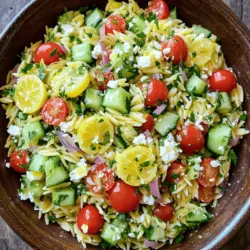 - 1 Tasse Orzo-Nudeln - 2 Esslöffel Olivenöl - 2 Knoblauchzehen, klein gehackt - 1 Zitrone (abgerieben und ausgepresst) Die Orzo-Nudeln sind die Basis für diesen Salat. Sie sind klein und haben eine schöne Form. Olivenöl bringt Geschmack und hilft, die Zutaten zu verbinden. Knoblauch gibt dem Salat eine leckere Würze. Frischer Zitronensaft macht das Gericht spritzig und lebendig. - 1 Tasse Cocktailtomaten, halbiert - 1 Gurke, gewürfelt - 1/2 rote Zwiebel, fein gehackt - 1/4 Tasse frische Petersilie, gehackt Frisches Gemüse macht den Salat bunt und gesund. Die Cocktailtomaten geben Süße und Farbtupfer. Gurken bringen Knackigkeit und Frische. Rote Zwiebeln fügen einen milden, süßen Geschmack hinzu. Petersilie bringt Farbe und einen frischen Hauch. - 1/4 Tasse Feta-Käse, zerbröckelt - Salz und Pfeffer nach Geschmack Feta-Käse fügt eine cremige Textur und salzigen Geschmack hinzu. Salz und Pfeffer heben die Aromen hervor. Der Feta macht den Salat herzhaft und befriedigend. Für das vollständige Rezept, schau dir die [Full Recipe] an. Bringe einen großen Topf mit gesalzenem Wasser zum Kochen. Füge die Orzo-Nudeln hinzu und koche sie für 8-10 Minuten, bis sie al dente sind. Achte darauf, dass sie nicht zu weich werden. Nach dem Kochen gieße die Nudeln ab und spüle sie unter kaltem Wasser. Dies stoppt den Garprozess und hilft, die Nudeln nicht zusammenzukleben. Jetzt kommt der leckere Teil! In einer kleinen Schüssel vermische das Olivenöl, den klein gehackten Knoblauch, die abgeriebene Zitronenschale und den frisch gepressten Zitronensaft. Rühre die Mischung gut um, bis sie gleichmäßig aussieht. Schmecke das Dressing mit Salz und Pfeffer ab. Ich liebe es, die frische Zitrone zu schmecken! Nehme eine große Schüssel und gib die abgekühlten Orzo-Nudeln hinein. Füge die halbierten Cocktailtomaten, die gewürfelte Gurke, die fein gehackte rote Zwiebel und die gehackte Petersilie hinzu. Mische alles vorsichtig. Gieße dann das Zitronen-Knoblauch-Dressing über die Mischung. Hebe alles vorsichtig unter, bis alles gut vermengt ist. Es sieht nicht nur toll aus, sondern schmeckt auch frisch und lecker. Jetzt bist du bereit, deinen Salat zu genießen! Du kannst auch die vollständige Rezeptanleitung für weitere Details einsehen. Um das Dressing perfekt zu machen, wähle ein hochwertiges Olivenöl. Es sollte frisch und aromatisch sein. Ein gutes Olivenöl hebt den Geschmack deines Salats. Drücke den Zitronensaft frisch aus. Das gibt mehr Geschmack als der Saft aus der Flasche. Verwende etwas Zitronenschale für zusätzlichen Frischekick. Mische alles gut in einer kleinen Schüssel. Schmecke das Dressing mit Salz und Pfeffer ab. Du kannst deinen Salat mit verschiedenen Zutaten anpassen. Oliven bringen eine salzige Note. Avocado macht den Salat cremiger und reichhaltiger. Frische Kräuter wie Basilikum oder Minze sorgen für einen neuen Geschmack. Experimentiere mit diesen Zutaten, um deinen perfekten Salat zu finden. Präsentiere den Salat schön in einer großen Schüssel. Beträufle ihn mit etwas Olivenöl und streue frische Petersilie darüber. Das sieht nicht nur gut aus, sondern schmeckt auch besser. Serviere den Salat kühl oder bei Zimmertemperatur. So kommen die Aromen am besten zur Geltung. Du kannst den Salat auch als Beilage zu Grillgerichten reichen. Für die beste Erfahrung, lass ihn vor dem Servieren 15 Minuten stehen. Dies hilft, die Aromen gut zu vermischen. {{image_4}} Wenn du den Salat vegan gestalten möchtest, ersetze die tierischen Produkte. Statt Feta kannst du z.B. einen pflanzlichen Käse verwenden. Füge mehr Gemüse hinzu, wie Paprika, Zucchini oder Spinat. Diese Zutaten bringen Farbe und Geschmack. Du kannst auch gebratene Auberginen oder Zucchini für eine interessante Textur verwenden. Eine gute Mischung macht den Salat lebendiger und gesünder. Möchtest du mehr Protein in deinen Salat bringen? Füge Hühnchen, Kichererbsen oder Quinoa hinzu. Gekochtes Hühnchen gibt dem Salat einen herzhaften Geschmack. Kichererbsen sind eine tolle vegane Quelle für Protein und Ballaststoffe. Quinoa ist auch eine gute Wahl, da es alle neun essentiellen Aminosäuren enthält. Diese Optionen machen deinen Salat sättigender und nahrhafter. Du kannst die Zutaten an die Jahreszeit anpassen. Im Sommer sind frische Erbsen oder grüne Bohnen lecker. Im Herbst könntest du geröstete Kürbisstücke hinzufügen. Im Winter sind geriebene Karotten oder Rote Beete sehr schmackhaft. Diese saisonalen Zutaten bringen Abwechslung und neue Geschmäcker in deinen Salat. So bleibt das Rezept spannend und frisch. Um den Lemon Garlic Orzo Salad frisch zu halten, lagere ihn in einem luftdichten Behälter. Das verhindert, dass er austrocknet. Stelle sicher, dass der Salat vollständig abgekühlt ist, bevor du ihn in den Kühlschrank stellst. So bleiben die Aromen kräftig und die Textur bleibt knackig. Dieser Salat bleibt in der Regel 3 bis 5 Tage frisch. Die Gemüse und Kräuter behalten ihren Geschmack, solange du ihn richtig lagerst. Achte darauf, den Salat bei 4 Grad Celsius oder kälter zu lagern. Nach ein paar Tagen kann der Salat weicher werden, aber der Geschmack bleibt lecker. Wiedererwärmung ist nicht nötig, da der Salat kalt serviert wird. Falls du ihn dennoch erwärmen möchtest, gehe vorsichtig vor. Erhitze ihn nur leicht in der Mikrowelle, um die frischen Zutaten nicht zu beschädigen. Ich empfehle, ihn lieber kalt zu genießen. So bleiben die Aromen lebendig und frisch. Für die vollständige Zubereitung des Salats, siehe das [Full Recipe]. Sie können viele Zutaten hinzufügen, um Ihren Salat zu verbessern. Beliebte Optionen sind: - Oliven (schwarz oder grün) - Avocado, in Würfel geschnitten - Gegrillte Paprika für einen rauchigen Geschmack - Artischockenherzen, gut abgetropft - Frische Kräuter wie Basilikum oder Dill Diese Ergänzungen machen den Salat bunter und geschmackvoller. Experimentieren Sie mit verschiedenen Zutaten. So finden Sie Ihre perfekte Mischung. Es ist am besten, den Salat mindestens 15 Minuten zu kühlen. So können sich die Aromen gut vermischen. Sie können ihn auch bis zu einer Stunde kühlen. Das macht den Salat erfrischender und geschmackvoller. Wenn Sie mehr Zeit haben, lassen Sie ihn länger im Kühlschrank. Über Nacht ist auch möglich. Aber denken Sie daran, frische Zutaten wie Gurken und Tomaten verlieren etwas Knackigkeit, wenn sie zu lange liegen. Ja, Sie können Orzo-Nudeln durch andere Pasta ersetzen. Hier sind einige gute Alternativen: - Fusilli oder Spiralen für mehr Textur - Penne für einen herzhaften Biss - Reisnudeln für eine glutenfreie Option Diese Pasta-Alternativen bringen Abwechslung in Ihr Rezept. Achten Sie darauf, die Kochzeiten entsprechend anzupassen. Dieser Blogpost erklärt, wie man einen leckeren Lemon Garlic Orzo Salad zubereitet. Wir haben die Hauptzutaten wie Orzo, frisches Gemüse und Feta besprochen. Zudem gab ich Tipps zur perfekten Zubereitung und Variationen. Ein guter Salat kann vielseitig sein. Spielt mit Zutaten, um neue Geschmäcker zu entdecken. Denkt an die Aufbewahrung, damit er frisch bleibt. Genießt euren Salat als gesunden Snack oder als Beilage. Es ist einfach, kreativ zu sein!
