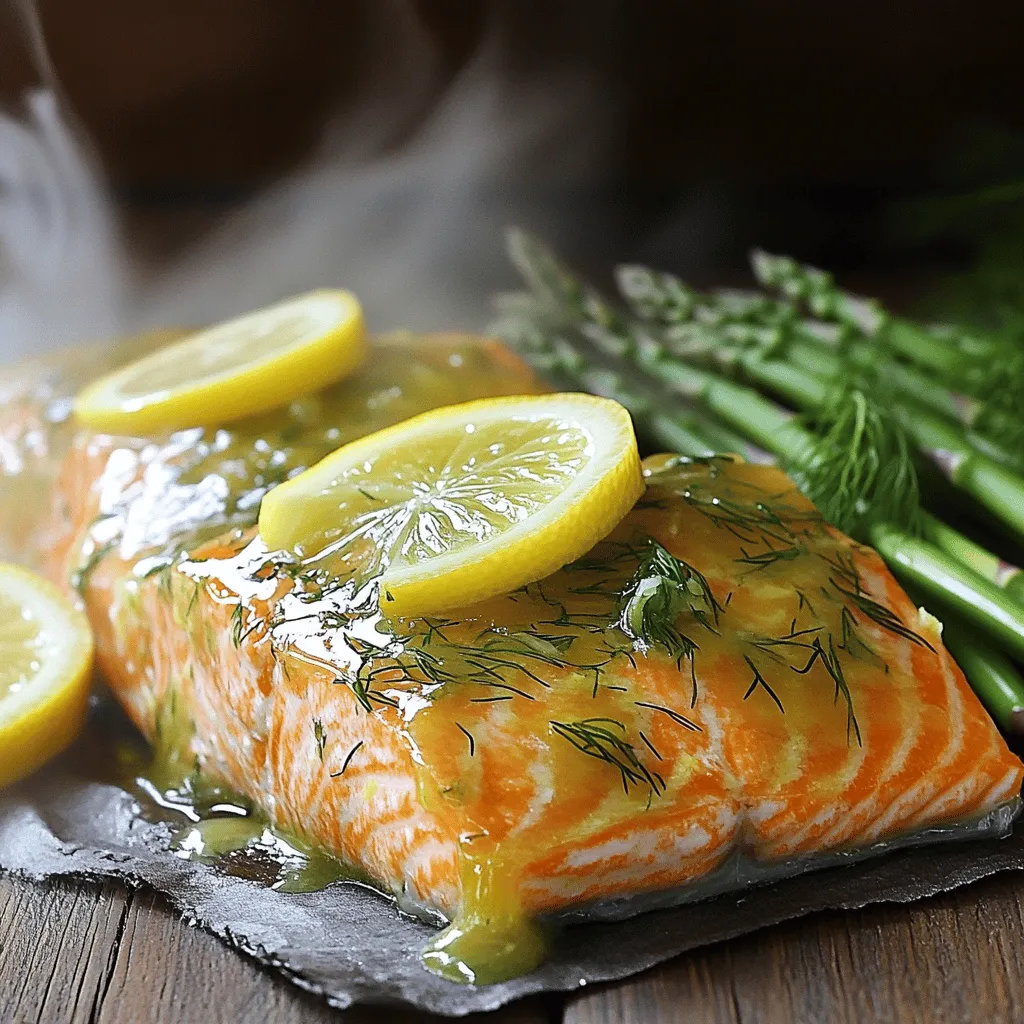 - 4 Lachsfilets (je 170 Gramm) - 2 Esslöffel frischer Dill, gehackt - 2 Esslöffel Zitronensaft - Schale von 1 Zitrone - 3 Esslöffel Olivenöl - 2 Knoblauchzehen, fein gehackt - Salz und Pfeffer nach Geschmack - Zitronenscheiben, zur Dekoration Die Hauptzutaten für dieses Rezept sind einfach zu finden. Lachsfilets sind eine gute Proteinquelle. Frischer Dill bringt einen tollen Geschmack. Zitronensaft gibt Frische und Säure. Olivenöl sorgt für gesunde Fette. Knoblauch fügt einen köstlichen Aroma hinzu. Diese Kombination macht das Gericht lecker und gesund. - Vegetarische Optionen - Glutenfreie Variationen Für eine vegetarische Option kann man Tofu verwenden. Tofu nimmt die Aromen gut auf. So wird das Gericht auch für Veganer lecker. Glutenfreie Varianten sind einfach. Achten Sie darauf, glutenfreies Olivenöl und Gewürze zu wählen. - Kalorien und Makronährstoffe - Gesundheitsvorteile von Lachs Lachs hat viele Nährstoffe. Ein Lachsfilet hat etwa 250 Kalorien. Es enthält auch Eiweiß, Omega-3-Fettsäuren und Vitamine. Omega-3-Fette sind gut für das Herz. Sie helfen, Entzündungen zu reduzieren. Diese Nährstoffe machen Lachs zu einer gesunden Wahl. Es unterstützt auch die Gehirnfunktion und das allgemeine Wohlbefinden. Um mit der Zubereitung des Lachs zu beginnen, müssen wir zuerst die Marinade machen. In einer kleinen Schüssel vermengst du: - 3 Esslöffel Olivenöl - 2 Esslöffel Zitronensaft - Schale von 1 Zitrone - 2 Esslöffel frischer Dill, gehackt - 2 Knoblauchzehen, fein gehackt - Salz und Pfeffer nach Geschmack Rühre alles gut um, bis die Mischung einheitlich ist. Das gibt dem Lachs viel Geschmack. Nun heize den Ofen auf 190°C vor. Ein heißer Ofen hilft, den Lachs perfekt zu garen. Legen dann die Lachsfilets mit der Hautseite nach unten auf ein mit Backpapier ausgelegtes Backblech. Bestreiche jedes Filet großzügig mit der Marinade. Achte darauf, dass sie gut bedeckt sind. Backe die Lachsfilets für 15 bis 20 Minuten. Sie sind fertig, wenn der Lachs leicht mit einer Gabel zerteilt werden kann. Nehme die Filets aus dem Ofen und lasse sie 2 bis 3 Minuten ruhen. So bleibt der Lachs saftig. Dekoriere die Filets mit frischem Dill und Zitronenscheiben. Das sieht nicht nur schön aus, sondern schmeckt auch frisch. Für Beilagen empfehle ich gedämpften Spargel oder einen leichten Salat. Diese machen das Gericht farbenfroh und gesund. Für das gesamte Rezept kannst du den [Full Recipe] anschauen. - Wasserbad-Methode für saftigen Lachs: Diese Methode hält den Lachs feucht. Stellen Sie eine ofenfeste Form mit Wasser auf die untere Schiene des Ofens. Der Dampf hilft, den Lachs zart zu machen. - Variationen der Gewürze: Experimentieren Sie mit Gewürzen! Fügen Sie etwas Paprika oder Thymian hinzu. Diese verändern den Geschmack und geben dem Gericht eine neue Note. - Überkochen des Lachses: Achten Sie darauf, den Lachs nicht zu lange zu backen. Überkochen macht ihn trocken. Prüfen Sie nach 15 Minuten, ob er fertig ist. - Falsche Temperatur: Stellen Sie sicher, dass Ihr Ofen auf 190°C vorgeheizt ist. Eine falsche Temperatur kann das Ergebnis beeinträchtigen. - Empfohlene Backbleche und Folien: Verwenden Sie ein Backblech mit Backpapier. So klebt der Lachs nicht und die Reinigung wird einfacher. - Nützliches Zubehör für die Zubereitung: Ein guter Pinsel ist wichtig. Damit können Sie die Marinade gleichmäßig auftragen. Ein Fleischthermometer hilft, den Lachs perfekt zu garen. {{image_4}} Lemon Dill Salmon lässt sich auf viele Arten zubereiten. Eine großartige Methode ist das Grillen. Grillen gibt dem Lachs einen tollen Rauchgeschmack. Außerdem bleibt er saftig und zart. Du kannst die Lachsfilets einfach mit der Zitronen-Dill-Mischung marinieren und dann auf den Grill legen. Grillen dauert nur etwa 10 Minuten. Eine schnellere Methode ist die Pfannen-Methode. Du kannst die Lachsfilets in einer heißen Pfanne anbraten. Das geht schnell und ergibt eine knusprige Oberfläche. Brate den Lachs auf jeder Seite etwa 4-5 Minuten an. Du kannst auch verschiedene Kräuter hinzufügen. Zum Beispiel, mediterrane Kräuter wie Thymian oder Oregano passen gut. Diese Kräuter geben dem Gericht einen frischen, herzhaften Geschmack. Ein weiterer interessanter Ansatz ist das Kombinieren von asiatischen Aromen. Füge etwas Sojasauce oder Ingwer hinzu. Das ergibt eine spannende Mischung aus Geschmäckern. Frisches Gemüse und Salate sind perfekte Beilagen. Du kannst gedämpften Spargel oder einen bunten Salat servieren. Diese Beilagen ergänzen den Lachs und sorgen für eine ausgewogene Mahlzeit. Wenn du eine Sauce möchtest, probiere eine einfache Zitronenbuttersauce. Sie ist leicht und hebt den Geschmack des Lachses hervor. Eine weitere gute Wahl ist eine Joghurtsauce mit frischen Kräutern. Für das vollständige Rezept schau dir die [Full Recipe] an. Um frische Reste von Lemon Dill Salmon richtig zu lagern, sollten Sie wissen, ob der Kühlschrank oder der Gefrierschrank besser ist. Der Kühlschrank ist ideal für eine kurze Lagerung. Wickeln Sie den Lachs gut ein oder legen Sie ihn in einen luftdichten Behälter. Im Kühlschrank bleibt der Lachs bis zu drei Tage frisch. Der Gefrierschrank ist besser für längere Lagerung. Dort hält sich der Lachs bis zu drei Monate. Achten Sie darauf, ihn in Portionen einzufrieren, um die Verwendung zu erleichtern. Haben Sie Reste von Ihrem Lemon Dill Salmon? Es gibt viele leckere Ideen, um diese zu nutzen. Sie können den Lachs in einem Salat verwenden. Mischen Sie ihn mit frischem Gemüse und einem leichten Dressing. Eine andere Möglichkeit ist, den Lachs in Pasta zu integrieren. Fügen Sie etwas Sahne und Spinat hinzu. So wird das Gericht schnell und einfach. Auch ein Lachs-Sandwich mit frischen Zutaten ist eine tolle Idee. Wie lange hält sich der Lachs? Im Kühlschrank bleibt der Lachs sicher bis zu drei Tage. Im Gefrierschrank kann er bis zu drei Monate genießbar sein. Achten Sie auf erkennbare Zeichen für Verderb. Wenn der Lachs einen unangenehmen Geruch hat oder die Farbe verändert, ist er nicht mehr gut. Immer auf Frische achten, um sicher zu sein, dass Ihr Essen lecker und gesund bleibt. Um perfekten Lachs zuzubereiten, achte auf die Temperatur. Backe den Lachs bei 190°C. Verwende frische Zutaten und eine gute Marinade. Achte darauf, dass der Lachs nicht übergart. Er sollte innen zart und saftig bleiben. Eine Gabel sollte leicht durch das Fleisch gleiten. Eine beliebte Technik ist das Wasserbad. Diese Methode hält den Lachs feucht und zart. Viele Köche nutzen auch die Haut, um den Lachs zu schützen. Zu Lachs passen viele Gemüsesorten. Beliebte Optionen sind Spargel, Brokkoli und grüne Bohnen. Diese Gemüse sind leicht und gesund. Auch Paprika und Zucchini sind tolle Beilagen. Du kannst sie grillen oder dünsten. Sie bringen viele Farben auf den Teller. Wenn du etwas Frisches magst, probiere einen leichten Salat. Ein Gurkensalat mit Dill passt perfekt. Ja, du kannst die Marinade im Voraus machen. Lagere sie in einem luftdichten Behälter. So bleibt sie frisch für einige Tage. Du kannst die Marinade auch einfrieren. Das spart Zeit, wenn du schnell kochen möchtest. Verwende die Marinade innerhalb von zwei Wochen für den besten Geschmack. Diese Vorbereitung macht das Kochen einfacher und schneller. Die Zesty Lemon Dill Salmon Marinade schmeckt auch gut zu Gemüse. Zusammenfassend haben wir die wichtigsten Schritte für ein schmackhaftes Lachsgericht betrachtet. Wir sprachen über die Hauptzutaten wie frischen Lachs, Dill und Zitronensaft. Auch Alternativen für Vegetarier und Glutenfreie wurden genannt. Die Zubereitung und Backanleitung bieten Ihnen eine klare Anleitung. Nutzen Sie unsere Tipps für den besten Geschmack und vermeiden Sie häufige Fehler. Denken Sie daran, wie lange der Lachs haltbar ist. Experimentieren Sie mit Variationen und genießen Sie Ihr Gericht in vollen Zügen. Guten Appetit!
