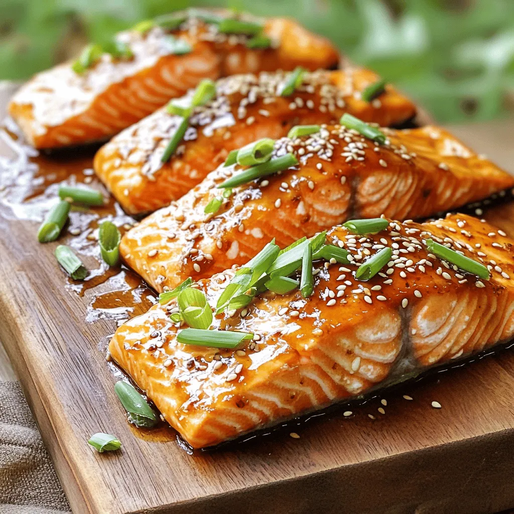 Um einen köstlichen Honig-Knoblauch-Glasierten Lachs zuzubereiten, benötigst du die folgenden Hauptzutaten: - 4 Lachsfilets (ca. 170 g jedes) - 60 ml Honig - 60 ml Sojasauce (geringer Natriumgehalt bevorzugt) - 4 Knoblauchzehen, gehackt - 1 Teelöffel frischer Ingwer, gerieben - 15 ml Sesamöl - 15 ml Olivenöl - Salz und Pfeffer nach Geschmack Diese Zutaten vereinen sich zu einer süßlich-würzigen Marinade. Der Lachs wird so zart und aromatisch. Um deinem Gericht den letzten Schliff zu geben, füge diese Garnierungen hinzu: - 1 Esslöffel Sesamsamen - 2 Frühlingszwiebeln, in Ringe geschnitten Diese Zutaten bringen Farbe und zusätzlichen Geschmack auf den Teller. Sesamsamen sorgen für einen nussigen Crunch. Wenn du die besten Zutaten auswählst, achte auf Folgendes: - Lachs: Suche nach frischem, glänzendem Lachs ohne unangenehmen Geruch. Der Fisch sollte fest und elastisch sein. - Knoblauch: Wähle feste, trockene Knoblauchzehen ohne grüne Triebe. - Honig: Nutze hochwertigen, reinen Honig. Achte darauf, dass er nicht mit Zucker gemischt ist. - Frühlingszwiebeln: Sie sollten frisch, knackig und grün sein. Frische Zutaten machen dein Essen noch schmackhafter. Du kannst die vollständige Zubereitung in dem Rezept für Honig-Knoblauch-Glasierten Lachs finden. Um den besten Geschmack zu erzielen, marinieren Sie den Lachs. Nehmen Sie eine mittelgroße Schüssel. Vermengen Sie 60 ml Honig, 60 ml Sojasauce, 4 gehackte Knoblauchzehen, 1 Teelöffel frischen Ingwer und 15 ml Sesamöl. Rühren Sie alles gut um. Legen Sie die Lachsfilets in ein flaches Gericht oder einen Zip-Lock-Beutel. Gießen Sie die Marinade darüber. Achten Sie darauf, dass der Lachs gut bedeckt ist. Lassen Sie ihn mindestens 30 Minuten marinieren. Für mehr Geschmack lassen Sie ihn bis zu 2 Stunden im Kühlschrank. Heizen Sie Ihren Grill oder Ihre Pfanne bei mittelhoher Hitze vor. Fügen Sie 15 ml Olivenöl hinzu. Nehmen Sie die Lachsfilets aus der Marinade und lassen Sie die überschüssige Flüssigkeit abtropfen. Würzen Sie die Filets leicht mit Salz und Pfeffer. Legen Sie die Filets mit der Hautseite nach unten auf den Grill oder in die Pfanne. Kochen Sie den Lachs 4-5 Minuten auf jeder Seite. Der Lachs sollte gar sein und sich leicht mit einer Gabel zerteilen lassen. Bepinseln Sie die Filets während des Kochens mit der übrig gebliebenen Marinade für mehr Geschmack. Achten Sie darauf, den Lachs nicht zu überkochen. Ein guter Anhaltspunkt ist, wenn er eine goldene Farbe hat. Wenn der Lachs sich leicht mit einer Gabel zerteilen lässt, ist er perfekt. Lassen Sie ihn nach dem Kochen 2 Minuten ruhen. Vor dem Servieren können Sie ihn mit Sesamsamen und geschnittenen Frühlingszwiebeln garnieren. Diese geben nicht nur Farbe, sondern auch zusätzlichen Geschmack. Wenn Sie mehr Details möchten, schauen Sie sich das [Full Recipe] an. Die restliche Marinade ist ein wahres Geschenk. Sie kann den Geschmack des Lachses noch verstärken. Verwende sie beim Grillen oder Braten. Bepinsle den Lachs mit der Marinade, während er kocht. So bleibt er saftig und lecker. Du kannst die Marinade auch für Gemüse nutzen. Es gibt deinem Gemüse einen tollen Geschmack. Zu honig-knoblauch-glasiertem Lachs passen viele Beilagen. Hier sind einige meiner Favoriten: - Gedämpfter Brokkoli - Gebratene grüne Bohnen - Quinoa oder Reis - Ein frischer Salat Diese Beilagen bringen Farbe und Textur auf den Teller. Sie ergänzen den süßen und herzhaften Geschmack des Lachses perfekt. Gute Werkzeuge machen das Kochen einfacher. Hier sind einige nützliche Hilfsmittel: - Eine Grillpfanne für gleichmäßige Hitze - Ein Pinsel zum Auftragen der Marinade - Ein scharfes Messer für das Schneiden von Zutaten Mit diesen Werkzeugen kannst du den Lachs gut zubereiten. Sie helfen dir, jedes Mal das perfekte Ergebnis zu erzielen. {{image_4}} Wenn Sie Lachs im Ofen zubereiten möchten, ist das ganz einfach. Heizen Sie den Ofen auf 200 Grad Celsius vor. Legen Sie die marinierten Lachsfilets auf ein Backblech. Backen Sie den Lachs etwa 12 bis 15 Minuten. Achten Sie darauf, dass der Lachs zart und saftig bleibt. Ich empfehle, die Filets mit der restlichen Marinade zu bepinseln. So erhält der Lachs eine schöne Glasur und tollen Geschmack. Es gibt viele leckere Alternativen zur Honig-Knoblauch-Glasur. Zum Beispiel können Sie eine Teriyaki-Soße verwenden. Diese gibt dem Lachs eine süße und salzige Note. Eine Zitronen-Dill-Marinade ist ebenfalls frisch und aromatisch. Mischen Sie frischen Zitronensaft, Olivenöl und Dill. Lassen Sie den Lachs in dieser Marinade ein paar Stunden ziehen. Sie können auch scharfe Sriracha-Soße mit Honig mischen. Das ergibt eine süß-scharfe Glasur, die viele lieben. Wenn Sie eine vegetarische oder vegane Option suchen, probieren Sie Tofu oder Gemüse. Marinieren Sie Tofu in der gleichen Honig-Knoblauch-Mischung, aber ersetzen Sie den Honig durch Ahornsirup. Backen Sie den Tofu im Ofen oder braten Sie ihn in der Pfanne. Für Gemüse können Sie Spargel oder Zucchini verwenden. Diese schmecken köstlich in der Marinade und grillen oder rösten gut. So haben Sie ein gesundes und leckeres Gericht, das für alle geeignet ist. Um den übrig gebliebenen Lachs frisch zu halten, lege ihn in einen luftdichten Behälter. Du kannst ihn im Kühlschrank aufbewahren. Der Lachs bleibt so bis zu drei Tage genießbar. Achte darauf, ihn nicht zu lange stehen zu lassen. Wenn du den Lachs länger aufbewahren möchtest, friere ihn ein. Wickele die Filets gut in Frischhaltefolie ein. Lege sie dann in einen Gefrierbeutel. So bleibt der Lachs bis zu drei Monate frisch. Wenn du bereit bist, ihn zu essen, tau ihn über Nacht im Kühlschrank auf. Die Marinade kann auch aufbewahrt werden. Fülle sie in ein sauberes Glas und stelle sie in den Kühlschrank. So bleibt sie bis zu einer Woche frisch. Du kannst sie später zum Marinieren neuer Lachsfilets verwenden oder als Sauce nutzen. Du solltest den Lachs mindestens 30 Minuten marinieren. Das gibt der Marinade Zeit, in das Fleisch einzuziehen. Wenn du mehr Geschmack möchtest, marinier den Lachs bis zu 2 Stunden im Kühlschrank. Zu langes Marinieren kann den Lachs jedoch etwas weich machen. Ja, du kannst gefrorenen Lachs verwenden. Achte darauf, ihn vollständig aufzutauen, bevor du ihn marinierst. Dies gibt dir die beste Textur und den besten Geschmack. Du kannst den Lachs über Nacht im Kühlschrank auftauen oder ihn in kaltem Wasser auftauen. Vermeide heißes Wasser, da es die Textur des Lachses beeinträchtigen kann. Für Honig-Knoblauch-Glasierter Lachs passen viele Beilagen gut. Hier sind einige meiner Favoriten: - Gedämpftes Gemüse wie Brokkoli oder grüne Bohnen - Reis oder Quinoa für eine sättigende Grundlage - Ein frischer Salat mit Zitrus-Dressing - Süßkartoffelpüree für einen süßen Kontrast Diese Beilagen ergänzen die Aromen des Lachses und machen das Gericht ausgewogen. Du kannst die Beilagen nach deinem Geschmack wählen. Für das komplette Rezept schau dir die Full Recipe an. Zusammenfassend haben wir die besten Zutaten und Zubereitungstipps für honig-knoblauch-glasierten Lachs behandelt. Außerdem gab es tolle Variationen und Lagerhinweise. Mit frischen Zutaten und der richtigen Marinade kannst du jedes Mal ein köstliches Gericht zaubern. Denke daran, kreativ zu sein und auch Alternatives auszuprobieren. Mit diesen Tipps bekommst du das perfekte Ergebnis für deine nächste Mahlzeit.
