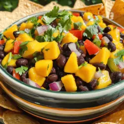 Um eine leckere Mango Schwarze-Bohnen Salsa zu machen, brauchst du einige Hauptzutaten: - 1 reife Mango, gewürfelt - 1 Tasse schwarze Bohnen aus der Dose, abgetropft und abgespült - 1 rote Paprika, fein gehackt - 1 kleine rote Zwiebel, fein gehackt - 1 Jalapeño, entkernt und fein gewürfelt (optional für Schärfe) - 2 Esslöffel frischer Koriander, gehackt - Saft von 1 Limette - 1 Esslöffel Olivenöl - Salz und Pfeffer nach Geschmack Diese Zutaten bieten eine schöne Balance aus Süße und Würze. Die Mango bringt fruchtigen Geschmack, während die schwarzen Bohnen Protein liefern. Wenn du deiner Salsa mehr Geschmack geben möchtest, probiere diese optionalen Zutaten: - 1 kleine Avocado, gewürfelt - 1 Knoblauchzehe, fein gehackt - 1 Teelöffel Kreuzkümmel - 1 Esslöffel Honig oder Agavendicksaft Diese Zutaten können den Geschmack vertiefen und die Salsa noch spannender machen. Du kannst kreativ sein und die Zutaten nach deinem Geschmack kombinieren. Frische Zutaten sind immer am besten, da sie mehr Geschmack bieten. Eingelegte Zutaten können jedoch praktisch sein, wenn du wenig Zeit hast. Zum Beispiel kannst du eingelegte Jalapeños verwenden, wenn du keinen frischen hast. Achte darauf, die Aromen auszugleichen, wenn du eingelegte Zutaten verwendest. Sie sind oft salziger. In jedem Fall ist es wichtig, die Zutaten gut zu vermengen, damit sich die Aromen verbinden. Für die vollständige Rezeptanleitung, schau dir die Full Recipe an. Um die Salsa einfach zu machen, bereiten Sie zuerst alle Zutaten vor. Beginnen Sie mit der Mango. Schneiden Sie die reife Mango in kleine Würfel. Achten Sie darauf, dass die Mango süß und saftig ist. Dann nehmen Sie die schwarze Bohnen. Diese sollten aus der Dose kommen. Spülen Sie die Bohnen gut ab, um die Flüssigkeit zu entfernen. Jetzt hacken Sie die rote Paprika und die rote Zwiebel fein. Wenn Sie es scharf mögen, schneiden Sie die Jalapeño klein. Vergessen Sie nicht, die Kerne zu entfernen. Zum Schluss hacken Sie den frischen Koriander. Jetzt geht es an die Zubereitung. Nehmen Sie eine große Schüssel. Geben Sie die gewürfelte Mango, die schwarzen Bohnen, die Paprika, die Zwiebel und die Jalapeño in die Schüssel. Mischen Sie alles vorsichtig. Sie möchten, dass sich die Aromen verbinden. In einer kleinen Schüssel verquirlen Sie den Limettensaft und das Olivenöl. Gießen Sie dieses Dressing über die Mischung. Rühren Sie vorsichtig um, damit die Mango nicht zerdrückt wird. Fügen Sie Salz und Pfeffer nach Geschmack hinzu. Lassen Sie die Salsa für mindestens 15 Minuten stehen. So können sich die Aromen entfalten. Die Konsistenz ist wichtig für die Salsa. Sie sollte frisch und knackig sein. Achten Sie darauf, die Zutaten nicht zu klein zu hacken. Große Stücke bringen mehr Textur. Wenn die Salsa zu flüssig ist, können Sie mehr schwarze Bohnen hinzufügen. Wenn sie zu fest ist, können Sie ein wenig Olivenöl einrühren. Probieren Sie verschiedene Mengen aus, um die perfekte Mischung für sich zu finden. Genießen Sie die Salsa mit Tortillachips oder als Topping für gegrilltes Hähnchen oder Fisch. Diese einfache Zubereitung macht die Salsa zu einem Hit bei jedem Essen. Für das vollständige Rezept schauen Sie sich [Full Recipe] an. Um die beste Mango Black Bean Salsa zu machen, wähle eine reife Mango. Sie sollte weich sein, aber nicht überreif. Die schwarzen Bohnen müssen gut abgetropft und gespült werden. Das hält die Salsa frisch. Hacke die Paprika und Zwiebel klein. So verteilen sich die Aromen gut. Nutze frischen Koriander für einen tollen Geschmack. Limettensaft bringt Frische in die Salsa. Mische alle Zutaten in einer großen Schüssel. Das Dressing aus Limettensaft und Olivenöl darauf geben. Mische alles sanft, damit die Mango-Stücke ganz bleiben. Lass die Salsa mindestens 15 Minuten ruhen. So verbinden sich die Aromen besser. Du kannst die Salsa mit Tortillachips genießen oder zu gegrilltem Hähnchen servieren. Ein häufiger Fehler ist, die Mango nicht richtig zu wählen. Eine unreife Mango ist hart. Sie schmeckt nicht gut in der Salsa. Auch zu viel Limettensaft kann die Salsa sauer machen. Füge ihn nach und nach hinzu und probiere zwischendurch. Vermeide es, die Salsa zu lange zu mischen. So bleiben die Mango-Stücke ganz und die Salsa sieht schön aus. Ein weiterer Fehler ist, die Salsa nicht ruhen zu lassen. Wenn du sie sofort servierst, schmeckt sie nicht so gut. Aromen brauchen Zeit, um sich zu verbinden. Die Vorbereitungszeit für diese Salsa ist kurz. Du kannst alle Zutaten in etwa 10 Minuten schneiden und mischen. Um Zeit zu sparen, bereite die Zutaten im Voraus vor. Schneide die Mango und das Gemüse, und bewahre sie im Kühlschrank auf. So bist du bereit, die Salsa schnell zu machen. Du kannst auch die Bohnen im Voraus abspülen und abtropfen. Das spart Zeit beim Kochen. Wenn du die Salsa für eine Party machst, bereite sie am Vortag zu. Die Aromen werden am nächsten Tag noch besser. Für das beste Ergebnis verwende die [Full Recipe]. {{image_4}} Mango Schwarze-Bohnen Salsa ist von Natur aus vegan und glutenfrei. Das macht sie perfekt für alle, die auf solche Dinge achten. Die Hauptzutaten sind gesund und frisch. Du kannst die Salsa mit Tortillachips genießen oder als Beilage verwenden. So bleibt sie einfach und lecker für alle. Wenn du es schärfer magst, füge mehr Jalapeños hinzu. Du kannst auch frische Chilis verwenden. Für weniger Schärfe lasse die Jalapeños einfach weg. Manche mögen einen Hauch von geräuchertem Paprika für einen anderen Geschmack. Experimentiere mit der Schärfe, um deine perfekte Mischung zu finden. Diese Salsa kann mit vielen anderen Zutaten kombiniert werden. Du kannst Avocado für mehr Cremigkeit hinzufügen. Auch Mais bringt eine süße Note. Frische Limetten sorgen für einen spritzigen Geschmack. Probiere auch, Mango mit Ananas zu mischen. Diese Kombination gibt der Salsa eine tropische Note. Mit diesen Variationen bleibt die Mango Schwarze-Bohnen Salsa spannend und abwechslungsreich. Du kannst so viel damit spielen! Für das vollständige Rezept schau dir die Full Recipe an. Die Mango Schwarze-Bohnen Salsa lässt sich einfach aufbewahren. Ich empfehle, sie in einem luftdichten Behälter zu lagern. So bleibt die frische Aromen erhalten. Sie sollten die Salsa immer im Kühlschrank aufbewahren. Das schützt sie vor Bakterien und hält sie länger frisch. Im Kühlschrank bleibt die Salsa für etwa 3 bis 5 Tage frisch. Achten Sie darauf, dass der Behälter gut verschlossen ist. Wenn Sie die Salsa länger aufbewahren, kann die Qualität nachlassen. Die frische Mango kann matschig werden, wenn sie zu lange steht. Das Einfrieren ist auch eine gute Option. Sie können die Salsa in einem geeigneten Behälter oder einem Gefrierbeutel aufbewahren. Achten Sie darauf, etwas Platz im Behälter zu lassen. Die Salsa kann bis zu 3 Monate eingefroren werden. Wenn Sie sie auftauen, empfehle ich, sie im Kühlschrank über Nacht zu lassen. So bleibt der Geschmack erhalten. Durch das Einfrieren haben Sie immer eine leckere Salsa bereit! Wenn du keine Mango hast, probiere Ananas. Ananas bringt eine süße und saftige Note. Du kannst auch Papaya verwenden. Diese Früchte passen gut zu den Bohnen. Achte darauf, die Früchte zu würfeln, wie du es mit Mango machen würdest. Ja, diese Salsa ist sehr gesund. Sie enthält frische Zutaten wie Mango und Gemüse. Schwarze Bohnen liefern viele Ballaststoffe und Proteine. Die Limette bringt Vitamin C. Diese Salsa ist perfekt für einen gesunden Snack oder eine Beilage. Ja, du kannst die Salsa im Voraus machen. Bereite sie bis zu zwei Tage vorher zu. Lagere sie in einem luftdichten Behälter im Kühlschrank. Die Aromen werden besser, wenn sie etwas ziehen. Achte darauf, sie vor dem Servieren gut durchzumischen. In dieser Anleitung habe ich die Hauptzutaten für die Mango Schwarze-Bohnen Salsa erklärt. Du hast gelernt, wie du die Zutaten vorbereitest und die Salsa zubereitest. Wichtige Tipps helfen dir, die perfekte Konsistenz zu erreichen. Variationen für vegane und glutenfreie Optionen geben dir mehr Möglichkeiten. Denke auch an die Lagerung und Haltbarkeit. Jetzt bist du bereit, deine eigene köstliche Salsa zu machen. Viel Spaß beim Ausprobieren!