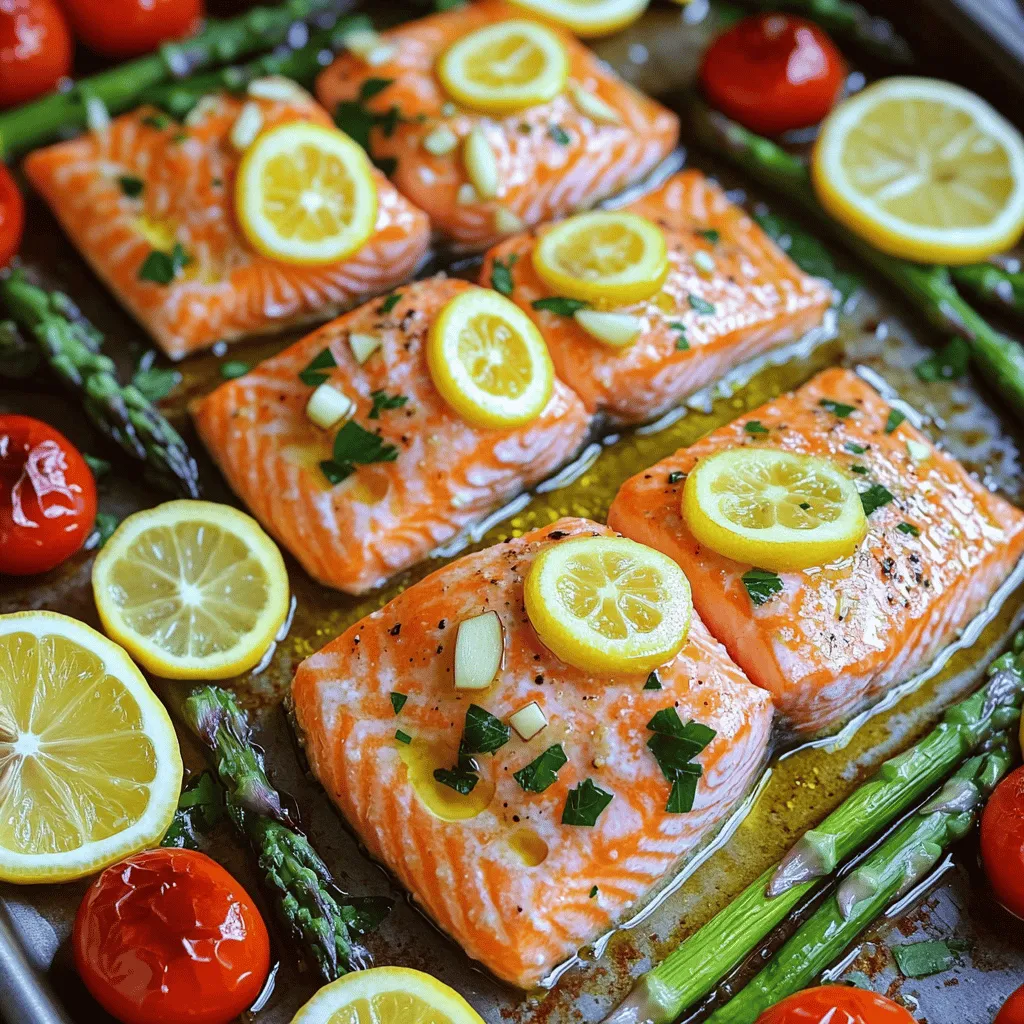 Für dieses einfache Gericht benötigst du: - 4 Lachsfilets - 2 Esslöffel Olivenöl - 4 Knoblauchzehen, fein gehackt - 2 Zitronen (1 in Scheiben geschnitten, 1 ausgepresst) - 1 Teelöffel getrockneter Oregano - 1 Teelöffel Paprika - Salz und Pfeffer nach Geschmack Diese Zutaten sind leicht zu finden und machen den Lachs lecker und saftig. Der frische Geschmack der Zitrone hebt den Lachs hervor. Die Gewürze spielen eine große Rolle bei diesem Gericht. - Olivenöl bringt gesunde Fette mit. - Knoblauch gibt einen starken, würzigen Geschmack. - Oregano und Paprika fügen Tiefe und Aroma hinzu. Diese Kombination sorgt für ein tolles Geschmackserlebnis. Probiere, die Gewürze nach deinem Geschmack anzupassen. Für eine vollwertige Mahlzeit solltest du auch frisches Gemüse hinzufügen: - 1 Tasse Kirschtomaten, halbiert - 1 Tasse Spargel, gezupft - Frische Petersilie, gehackt (zum Garnieren) Das Gemüse bringt Farbe und Nährstoffe auf deinen Teller. Die Kirschtomaten sind süß und saftig. Der Spargel hat einen milden, nussigen Geschmack. Zusammen mit dem Lachs entsteht ein harmonisches Gericht. Für die vollständige Zubereitung sieh dir das [Full Recipe] an. Heizen Sie Ihren Ofen auf 200°C vor. Das sorgt dafür, dass der Lachs gleichmäßig gart. Legen Sie ein großes Backblech mit Backpapier aus. Das macht die Reinigung später viel einfacher. In einer kleinen Schüssel mischen Sie 2 Esslöffel Olivenöl, 4 gehackte Knoblauchzehen, den Saft von 1 Zitrone, 1 Teelöffel Oregano, 1 Teelöffel Paprika, Salz und Pfeffer. Diese Mischung wird zur Marinade. Nehmen Sie die Lachsfilets und legen Sie sie mit der Hautseite nach unten auf das Backblech. Bestreichen Sie die Filets gut mit der Marinade. Achten Sie darauf, dass sie gleichmäßig bedeckt sind. Jetzt kommt das Gemüse ins Spiel. Legen Sie die Zitronenscheiben, 1 Tasse halbierte Kirschtomaten und 1 Tasse gezupften Spargel um den Lachs. Träufeln Sie die restliche Marinade über das Gemüse und mischen Sie es leicht. Backen Sie das Blech für 15-20 Minuten im Ofen. Der Lachs ist fertig, wenn er sich leicht mit einer Gabel zerteilen lässt. Das Gemüse sollte zart sein. Nach dem Backen nehmen Sie das Blech heraus und lassen es kurz abkühlen. Garnieren Sie alles mit frisch gehackter Petersilie. Für die vollständige Anleitung schauen Sie sich das [Full Recipe] an. Die Garzeit ist entscheidend für ein perfektes Gericht. Für Lachs und Gemüse empfehle ich 15-20 Minuten bei 200°C. Der Lachs sollte durchgegart sein und leicht mit einer Gabel zerfallen. Das Gemüse wird zart, aber bleibt knackig. Achte darauf, dass du die Kirschtomaten und den Spargel gleichmäßig um den Lachs verteilst. So garen sie gleichmäßig. Wenn du dickeres Gemüse nutzt, verlängere die Garzeit um ein paar Minuten. Die Marinade ist der Schlüssel zu mehr Geschmack. Du kannst die Basis aus Olivenöl und Zitronensaft verwenden. Füge dann deine Lieblingsgewürze hinzu. Zum Beispiel, verwende frische Kräuter wie Dill oder Basilikum. Diese geben dem Gericht eine frische Note. Du kannst auch etwas Honig oder Senf für eine süße oder würzige Variante hinzufügen. Experimentiere mit den Mengen, um deinen perfekten Geschmack zu finden. Frische Kräuter und Zitrusfrüchte machen einen großen Unterschied. Petersilie ist eine tolle Garnitur, die Farbe und Geschmack hinzufügt. Du kannst auch frischen Thymian oder Rosmarin verwenden. Diese Kräuter passen gut zu Lachs. Für einen zusätzlichen Frischekick, füge etwas Zitronenschale oder Limettensaft hinzu. Das hebt die Aromen und macht das Gericht lebendiger. Probiere verschiedene Kombinationen aus, um deine eigene Note zu finden. {{image_4}} Du kannst das Gemüse leicht ändern. Statt Spargel benutze Brokkoli oder Zucchini. Auch Paprika passt gut. Diese Gemüsesorten bringen neue Farben und Texturen. Achte darauf, dass das Gemüse gleich groß ist, damit es gleichmäßig gart. Wenn du keinen Lachs magst, probiere Forelle oder Kabeljau. Beide haben einen milden Geschmack und garten ähnlich. Du kannst die Garzeit leicht anpassen. Achte darauf, dass die Filets zart sind, bevor du sie servierst. Für eine vegane Version ersetze den Lachs durch Kichererbsen oder Tofu. Mariniere sie wie den Lachs. Gemüse bleibt gleich und bietet viele Nährstoffe. So hast du ein gesundes und leckeres Gericht. Um die Reste von Ihrem Blechplatte mit Zitrone und Knoblauch-Lachs gut zu lagern, lassen Sie das Gericht zuerst abkühlen. Verwenden Sie dann einen luftdichten Behälter. Legen Sie die Lachsfilets und das Gemüse in den Behälter. Trennen Sie die Zutaten, falls möglich. So bleibt die Textur besser. Um die Reste aufzuwärmen, nutzen Sie am besten den Ofen. Stellen Sie den Ofen auf 180°C ein. Legen Sie die Reste auf ein Backblech. Decken Sie sie mit Folie ab, um das Austrocknen zu verhindern. Erwärmen Sie das Gericht für etwa 10-15 Minuten. So bleibt der Lachs saftig und das Gemüse zart. Sie können auch die Mikrowelle verwenden, wenn es schneller gehen muss. Stellen Sie die Mikrowelle auf eine mittlere Stufe und erwärmen Sie das Essen in Intervallen von 1 Minute. Im Kühlschrank können die Reste etwa 2-3 Tage frisch bleiben. Achten Sie darauf, dass der Behälter gut verschlossen ist. Wenn Sie die Reste länger aufbewahren möchten, können Sie sie einfrieren. Im Gefrierfach halten die Reste bis zu 3 Monate. Wickeln Sie die Portionen gut ein oder nutzen Sie einen Gefrierbeutel. Denken Sie daran, die Reste vor dem Einfrieren zu beschriften, um später zu wissen, was sich darin befindet. Um Lachs perfekt auf der Blechplatte zu kochen, ist die Hitze wichtig. Heizen Sie Ihren Ofen auf 200°C vor. Verwenden Sie ein Backblech mit Backpapier. Das hält alles sauber und macht die Reinigung leicht. Legen Sie die Lachsfilets mit der Hautseite nach unten auf das Blech. Bestreichen Sie die Filets mit der Marinade aus Olivenöl, Knoblauch und Zitrone. Verteilen Sie das Gemüse rund um den Lachs. Backen Sie alles 15-20 Minuten. Der Lachs sollte zart und leicht teilbar sein. Ja, die Zubereitung im Airfryer ist möglich! Stellen Sie die Temperatur auf 180°C ein. Legen Sie die Lachsfilets und das Gemüse in den Airfryer. Achten Sie darauf, dass alles gut verteilt ist. Die Garzeit beträgt etwa 10-15 Minuten. Überprüfen Sie regelmäßig, ob der Lachs durch ist. Der Airfryer sorgt dafür, dass der Lachs saftig bleibt und das Gemüse schön knusprig wird. Zu Blechplatte mit Zitrone und Knoblauch-Lachs passen viele Beilagen gut. Probieren Sie einen frischen Salat mit Rucola und Tomaten. Quinoa oder Reis sind auch tolle Optionen. Sie können auch knusprige Brötchen dazu servieren, um den Saft aufzutunken. Diese Beilagen ergänzen den Lachs und machen das Gericht noch leckerer. Zusammenfassend haben wir die besten Zutaten und eine einfache Anleitung für einen leckeren Lachs auf Blech vorgestellt. Die Tipps helfen, den Geschmack zu verbessern und das Gericht zu variieren. Experimentieren Sie mit verschiedenen Gemüsesorten und Marinaden. Denken Sie daran, Reste gut aufzubewahren. Genießen Sie alle köstlichen Möglichkeiten, die dieses Rezept bietet. Mit kleinen Anpassungen wird jedes Mal ein neues Gericht entstehen. Ihr Lachs wird zum Hit auf jedem Tisch!