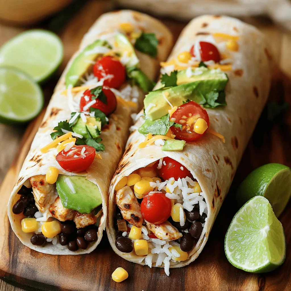 Für die Chicken Avocado Burritos benötigst du einige Hauptzutaten. Diese sorgen für einen leckeren Geschmack und eine schöne Textur. Hier sind die Zutaten, die du brauchst: - 2 Hähnchenbrustfilets ohne Knochen und Haut - 1 Esslöffel Olivenöl - 1 Tasse gekochter Reis (weiß oder braun) - 1 reife Avocado, in Scheiben geschnitten - 1 Tasse Kirschtomaten, halbiert - ½ Tasse Mais (aus der Dose oder gefroren) - ½ Tasse schwarze Bohnen, abgespült und abgetropft - ¼ Tasse frischer Koriander, gehackt - 4 große Tortillas aus Weizenmehl - ½ Tasse geriebener Käse (Cheddar oder mexikanische Mischung) Diese Hauptzutaten machen den Burrito zu einem echten Genuss. Die richtige Marinade macht das Hähnchen besonders schmackhaft. Du brauchst folgende Gewürze: - 1 Teelöffel Kreuzkümmel - 1 Teelöffel geräuchertes Paprikapulver - Salz und Pfeffer nach Geschmack Die Gewürze bringen den Geschmack zum Leben. Mische die Gewürze mit dem Olivenöl, um eine tolle Marinade zu erhalten. Lass das Hähnchen mindestens 20 Minuten marinieren, damit die Aromen gut durchziehen. Ein paar zusätzliche Zutaten runden dein Gericht ab. Hier sind einige, die du in Betracht ziehen kannst: - Limettensaft für einen frischen Kick - Avocado für die Cremigkeit - Kirschtomaten für die Süße Diese ergänzenden Zutaten machen die Burritos noch köstlicher. Du kannst auch nach Belieben variieren. Wenn du mehr über die Zubereitung erfahren möchtest, schau dir das Full Recipe an. Zuerst marinieren wir das Hähnchen. In einer Schüssel mische ich Olivenöl, Kreuzkümmel, geräuchertes Paprikapulver, Salz und Pfeffer. Dann lege ich die Hähnchenbrustfilets in die Mischung. Es ist wichtig, dass das Hähnchen gut bedeckt ist. Ich lasse es mindestens 20 Minuten marinieren. Dadurch werden die Aromen stark. Jetzt erhitze ich eine Pfanne bei mittlerer Hitze. Ich lege die marinierten Hähnchenbrustfilets hinein. Nach etwa 6-7 Minuten wende ich sie. Das Hähnchen sollte goldbraun und durchgegart sein. Danach lasse ich das Hähnchen einige Minuten ruhen, bevor ich es in Streifen schneide. In einer großen Schüssel mische ich den gekochten Reis, die Avocadoscheiben, die halbierten Kirschtomaten, den Mais, die schwarzen Bohnen und den gehackten Koriander. Diese Zutaten sorgen für Frische und Geschmack. Um die Füllung noch besser zu machen, presse ich etwas Limettensaft darüber. Ich vermenge alles vorsichtig, damit die Avocado nicht zerdrückt wird. Diese Mischung ist bunt und gesund. Sie wird die Burritos lecker machen. Jetzt ist es Zeit, die Burritos zusammenzustellen. Ich lege eine große Tortilla auf die Arbeitsfläche. In der Mitte platziere ich eine Portion der Reis-Gemüse-Mischung. Darauf kommen die geschnittenen Hähnchenstreifen und ein Hauch von geriebenem Käse. Ich klappe die Seiten der Tortilla über die Füllung. Anschließend rolle ich sie von unten nach oben auf. So bleibt alles gut drin. Ich wiederhole diesen Schritt mit den restlichen Tortillas. Wenn ich möchte, kann ich die Burritos rösten. Dazu lege ich sie mit der Naht nach unten in die Pfanne und brate sie 2-3 Minuten auf jeder Seite. Jetzt sind die Burritos bereit zum Servieren! Um die perfekte Hähnchenbrust zu machen, beginne mit dem Marinieren. Ein gutes Marinieren macht das Hähnchen saftig und voller Geschmack. Verwende Olivenöl, Kreuzkümmel und Paprikapulver. Lass das Hähnchen mindestens 20 Minuten marinieren. Das ist wichtig für die Aromen. Garen Sie das Hähnchen in einer heißen Pfanne. Achte darauf, dass es goldbraun und durchgegart ist. Lass es nach dem Garen einige Minuten ruhen. So bleibt der Saft im Hähnchen. Die Füllung deiner Burritos kann variieren. Du kannst verschiedene Zutaten ausprobieren. Anstatt Reis kannst du Quinoa verwenden. Füge andere Gemüse wie Paprika oder Zucchini hinzu. Wenn du es scharf magst, füge Jalapeños hinzu. Für eine cremige Note kannst du auch saure Sahne oder griechischen Joghurt dazugeben. Diese Varianten geben deinem Burrito neuen Schwung. Sei kreativ und finde deine Lieblingsfüllung! Das Rösten der Burritos macht sie besonders lecker. Verwende eine heiße Pfanne für das Rösten. Lege die Burritos mit der Naht nach unten in die Pfanne. Röste sie 2-3 Minuten pro Seite. So werden sie schön knusprig. Achte darauf, dass sie nicht verbrennen. Ein knuspriger Burrito macht jeden Bissen besser. Wenn du magst, kannst du auch etwas Käse außen auf die Burritos streuen, bevor du sie röstest. Der Käse schmilzt und wird goldbraun. Das ist ein echter Genuss! {{image_4}} Wenn du eine vegetarische Variante der Chicken Avocado Burritos möchtest, kannst du das Hähnchen einfach ersetzen. Verwende stattdessen gebratene Zucchini oder Paprika. Du kannst auch Tofu marinieren und braten. Das gibt dir die nötige Textur und den Geschmack, den du suchst. Für einen extra Kick füge scharfe Zutaten hinzu. Nach Belieben kannst du Jalapeños oder scharfe Soßen verwenden. Diese Zutaten bringen mehr Würze und machen das Gericht aufregender. Achte darauf, die Schärfe langsam zu steigern, damit es nicht zu heiß wird. Die Wahl der Tortillas macht einen großen Unterschied. Weizentortillas sind weich und leicht zu rollen. Vollkorn- oder Mais-Tortillas bieten eine gesunde Option. Du kannst auch kleine Tortillas für Mini-Burritos nutzen. Diese sind perfekt für Partys oder Snacks. Für das komplette Rezept, schau dir die [Full Recipe] an. Um die Frische deiner Chicken Avocado Burritos zu bewahren, lagere sie richtig. Wickele die Burritos fest in Alufolie oder Frischhaltefolie. Das schützt sie vor Luft und Feuchtigkeit. Du kannst sie auch in einen luftdichten Behälter legen. So bleiben sie bis zu drei Tage frisch im Kühlschrank. Wenn du die Burritos wieder aufwärmen möchtest, gibt es einfache Wege. Du kannst sie in der Mikrowelle erhitzen. Lege sie auf einen Teller und decke sie mit einem feuchten Papiertuch ab. Erhitze die Burritos für etwa 1-2 Minuten. Alternativ kannst du sie in einer Pfanne rösten. Das macht die Tortilla schön knusprig. Erhitze sie bei mittlerer Hitze für 3-4 Minuten pro Seite. Die Haltbarkeit hängt von den Zutaten ab. Generell sind die Burritos im Kühlschrank etwa drei Tage haltbar. Du kannst sie auch einfrieren. Eingewickelt in Folie oder in einem Gefrierbeutel, halten sie bis zu drei Monate. Achte darauf, sie vor dem Verzehr gut aufzutauen und zu erhitzen. Um Chicken Avocado Burritos für Meal Prep vorzubereiten, folgen Sie diesen Schritten: - Marinieren Sie die Hähnchenbrust und garen Sie sie wie im Rezept beschrieben. - Bereiten Sie die Füllung mit Reis, Avocado und Gemüse vor. - Wickeln Sie die Burritos ein, aber rösten Sie sie nicht. - Lagern Sie die Burritos in Frischhaltefolie im Kühlschrank. Wenn Sie die Burritos essen möchten, können Sie sie einfach in einer Pfanne rösten. So werden sie schön knusprig. Ja, Sie können andere Proteine verwenden. Hier sind einige Ideen: - Rindfleisch: Gekochtes, gewürztes Rindfleisch sorgt für einen herzhaften Geschmack. - Pute: Diese Option ist mager und sehr schmackhaft. - Tofu: Für eine vegetarische Variante kann Tofu gewürzt und angebraten werden. Achten Sie darauf, die Kochzeiten entsprechend anzupassen. Zu Chicken Avocado Burritos passen viele Beilagen gut. Einige Vorschläge sind: - Guacamole: Diese cremige Avocado-Mischung ergänzt die Burritos perfekt. - Salsa: Eine frische Tomatensalsa bringt Farbe und Geschmack. - Nachos: Knusprige Nachos mit Käse sind eine beliebte Wahl. - Salat: Ein leichter Beilagensalat kann die Mahlzeit auflockern. Diese Beilagen machen Ihr Essen bunt und lecker. In diesem Blogbeitrag haben wir die Hauptzutaten für Chicken Avocado Burritos besprochen und Schritt für Schritt erklärt, wie man sie zubereitet. Wir haben auch Tipps gegeben, um das Hähnchen perfekt zu garen und die besten Varianten für den Burrito zu machen. Vergessen Sie nicht, wie wichtig die Lagerung ist, um die Frische zu erhalten. Burritos sind flexibel und lecker, egal ob mit Hähnchen oder vegetarisch. Experimentieren Sie mit neuen Zutaten und stellen Sie sicher, dass Sie die gewählten Beilagen auf jeden Fall probieren.