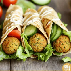 Für die perfekten Air Fryer Falafel Wraps brauchst du einige wichtige Zutaten. Hier ist die Liste: - 1 Dose (425g) Kichererbsen, abgetropft und gespült - 1 kleine Zwiebel, grob gehackt - 2 Knoblauchzehen, fein gehackt - 1/4 Tasse frische Petersilie, gehackt - 1/4 Tasse frischer Koriander, gehackt - 1 Teelöffel gemahlener Kreuzkümmel - 1 Teelöffel gemahlener Koriander - 1/2 Teelöffel Paprika - 1/4 Teelöffel Cayennepfeffer (optional) - 1 Esslöffel Mehl (Weißmehl oder Kichererbsenmehl) - Salz und Pfeffer nach Geschmack - 4 Vollkornwraps oder Pita-Brot - 1 Tasse Kopfsalat, zerrupft - 1 große Tomate, gewürfelt - 1 Gurke, dünn aufgeschnitten - 1/2 Tasse Tahini oder eine Joghurtsauce Für die Zubereitung der Falafel benötigst du einige nützliche Werkzeuge: - Küchenmaschine: Damit wird die Mischung schön cremig. - Schüssel: Zum Mischen der Zutaten. - Airfryer: Damit werden die Falafel schön knusprig. - Sprühflasche für Öl: Um die Falafel leicht zu besprühen. - Kochspray: Für eine extra knusprige Außenschicht. - Schneidebrett und Messer: Für das Gemüse. Die Sauce macht deinen Wrap besonders lecker. Hier sind ein paar Vorschläge: - Tahini: Diese Sesampaste passt perfekt zu Falafel. - Joghurtsauce: Eine frische und cremige Option. - Hummus: Wenn du es noch herziger magst. - Scharfe Sauce: Für einen zusätzlichen Kick. Diese Zutaten und Werkzeuge sorgen dafür, dass deine Air Fryer Falafel Wraps einfach und lecker werden. Wenn du mehr über die Zubereitung erfahren möchtest, schau dir das Full Recipe an. Die Vorbereitungszeit für diese Air Fryer Falafel Wraps beträgt etwa 15 Minuten. Du solltest den Airfryer auf 190°C (375°F) vorheizen. Das Aufheizen dauert nur etwa 5 Minuten. Während der Airfryer warm wird, kannst du die Falafel-Mischung zubereiten. So sparst du Zeit und kannst gleich durchstarten. Um die Falafel-Mischung zu machen, gib die folgenden Zutaten in eine Küchenmaschine: - 1 Dose (425g) Kichererbsen, abgetropft und gespült - 1 kleine Zwiebel, grob gehackt - 2 Knoblauchzehen, fein gehackt - 1/4 Tasse frische Petersilie, gehackt - 1/4 Tasse frischer Koriander, gehackt - 1 Teelöffel gemahlener Kreuzkümmel - 1 Teelöffel gemahlener Koriander - 1/2 Teelöffel Paprika - 1/4 Teelöffel Cayennepfeffer (optional) - 1 Esslöffel Mehl (Weißmehl oder Kichererbsenmehl) - Salz und Pfeffer nach Geschmack Pulsier die Mischung, bis sie gut vermischt, aber noch leicht stückig ist. Das sorgt für einen tollen Biss. Achte darauf, nicht zu lange zu pürieren. Die Mischung sollte formbar sein. Forme die Kichererbsenmischung in kleine Bällchen oder Patties, etwa so groß wie Golfbälle. Lege sie in den Korb des Airfryers in einer einzigen Schicht. Wenn du viele Bällchen machst, musst du vielleicht in mehreren Durchgängen arbeiten. Besprühe die Falafel leicht mit Kochspray, damit sie knusprig werden. Frittier die Falafel für etwa 10-12 Minuten. Schüttle den Korb einmal während des Garens. So garen die Bällchen gleichmäßig. Wenn sie goldbraun und außen knusprig sind, sind sie fertig. Während die Falafel backen, lege die Wraps oder das Pita-Brot auf einen Teller. Sobald die Falafel fertig sind, lege 2-3 Bällchen auf jeden Wrap. Füge zerrupften Kopfsalat, gewürfelte Tomate und Gurkenscheiben hinzu. Träufle die Tahini- oder Joghurtsauce darüber. Wickel den Wrap fest ein und klappe die Seiten dazu. Optional kannst du die Wraps für 2-3 Minuten in den Airfryer geben, um sie leicht knackig zu machen. Schneide die Wraps diagonal durch und serviere sie warm. Das sieht toll aus und schmeckt fantastisch! Um die Falafel schön knusprig zu machen, gibt es einige einfache Tricks. Erstens, verwenden Sie weniger Feuchtigkeit in der Mischung. Achten Sie darauf, die Kichererbsen gut abzutropfen. Zweitens, sprühen Sie die Falafel leicht mit Kochspray vor dem Frittieren. Das hilft, eine goldene Kruste zu bilden. Drittens, kochen Sie die Falafel in einer einzigen Schicht. Überfüllung im Airfryer kann die Knusprigkeit beeinträchtigen. Ein häufiger Fehler ist, die Mischung zu pürieren. Sie sollte stückig bleiben, damit die Falafel Textur haben. Ein anderer Fehler ist, die Falafel nicht genug Zeit im Airfryer zu lassen. Sie sollten goldbraun sein, um perfekt zu werden. Achten Sie auch darauf, dass die Temperatur stimmt. Zu niedrige Temperaturen machen die Falafel weich. Wenn Sie den Wrap zubereiten, beginnen Sie mit der Sauce. Verteilen Sie sie gleichmäßig auf dem Wrap. Fügen Sie dann die Falafel hinzu und legen Sie das Gemüse darauf. Wickeln Sie den Wrap, indem Sie die Seiten zuerst einklappen. Dann rollen Sie ihn fest auf. Dies hält die Füllung sicher. Um den Wrap warm und knusprig zu halten, können Sie ihn für ein paar Minuten zurück in den Airfryer legen. Für das vollständige Rezept klicken Sie hier: [Full Recipe]. {{image_4}} Du kannst die Air Fryer Falafel Wraps ganz leicht vegan und glutenfrei machen. Die Hauptzutaten sind bereits pflanzlich. Verwende Kichererbsen und frische Kräuter. Für die glutenfreie Variante nimm einfach glutenfreies Mehl. Du kannst auch Kichererbsenmehl nutzen, um die Falafel zu binden. Achte darauf, dass alle anderen Zutaten ebenfalls glutenfrei sind. So bleibt der Wrap lecker und passt für jeden. Die Füllungen sind ganz flexibel. Du kannst frisches Gemüse verwenden, wie Paprika, Karotten oder Avocado. Auch geriebene Rüben bieten eine tolle Farbe und Textur. Wenn du Saucen magst, probiere verschiedene Optionen. Tahini ist eine sehr beliebte Wahl. Du kannst auch einen Joghurtdip oder scharfe Salsa verwenden. Experimentiere mit deinen Lieblingsgeschmäckern für neue Ideen. Wenn du keinen Airfryer hast, kannst du die Falafel auch im Ofen backen. Lege sie einfach auf ein Backblech und backe sie bei 200°C für etwa 25-30 Minuten. So werden sie auch knusprig. Frittieren in einer Pfanne funktioniert ebenfalls. Verwende reichlich Öl, um die Falafel goldbraun zu machen. Diese Methoden geben dir verschiedene Texturen und Geschmäcker. Suche dir die Methode aus, die dir am besten gefällt. Wenn Sie Reste von den Air Fryer Falafel Wraps haben, lagern Sie sie gut. Wickeln Sie die Wraps in Frischhaltefolie oder legen Sie sie in einen luftdichten Behälter. Achten Sie darauf, dass die Wraps vollständig abgekühlt sind, bevor Sie sie einlagern. So bleiben sie frisch und lecker. Lagern Sie die Wraps im Kühlschrank. Sie halten sich dort bis zu drei Tage. Sie können die Falafel auch einfrieren, um sie länger haltbar zu machen. Formieren Sie die Falafelbällchen und legen Sie sie auf ein Backblech. Frieren Sie sie etwa 1-2 Stunden ein, bis sie fest sind. Danach können Sie die Bällchen in einen Gefrierbeutel umfüllen. So nehmen sie weniger Platz ein. Die gefrorenen Falafel halten sich bis zu drei Monate. Wenn Sie sie verwenden möchten, tauen Sie sie über Nacht im Kühlschrank auf. Um die Wraps wieder aufzuwärmen, nutzen Sie den Airfryer. Stellen Sie die Temperatur auf 160°C (320°F) ein. Legen Sie die Wraps in den Korb und erhitzen Sie sie 5-7 Minuten lang. So bleiben sie knusprig und warm. Achten Sie darauf, die Wraps nicht zu lange zu erhitzen. Sonst werden sie trocken. Es lohnt sich, die Wraps frisch zu genießen. Für das beste Ergebnis, verwenden Sie die Anweisungen aus dem [Full Recipe]. Falafel sind im Kühlschrank etwa drei bis fünf Tage haltbar. Lagern Sie sie in einem luftdichten Behälter. So bleiben sie frisch und lecker. Wenn Sie sie länger aufbewahren möchten, frieren Sie sie ein. So halten sie bis zu drei Monate. Achten Sie darauf, die Falafel vorher gut abkühlen zu lassen, bevor Sie sie einpacken. Ja, Sie können die Mischung für die Falafel im Voraus zubereiten. Stellen Sie die Mischung einfach in den Kühlschrank. Sie bleibt so bis zu zwei Tage frisch. Das spart Zeit, besonders wenn Sie viele Gäste erwarten. Formulieren Sie die Bällchen erst kurz vor dem Frittieren, um die beste Textur zu erhalten. Sie können auch andere Hülsenfrüchte verwenden. Schwarze Bohnen oder rote Linsen sind gute Alternativen. Diese Varianten bringen einen anderen Geschmack, sind aber dennoch lecker. Denken Sie daran, die Gewürze nach Ihrem Geschmack anzupassen. Seien Sie kreativ und experimentieren Sie mit verschiedenen Zutaten! Wir haben die Grundzutaten für köstliche Air Fryer Falafel Wraps erkundet. Die Schritt-für-Schritt-Anleitung macht die Zubereitung einfach. Mit Tipps für extra Knusprigkeit und Hilfe bei häufigen Fehlern haben Sie alles, was Sie brauchen. Denken Sie auch an die Variationen! Vegane Optionen und verschiedene Soßen bringen Abwechslung. Schließlich sind die richtigen Aufbewahrungshinweise wichtig, um Ihre köstlichen Wraps länger zu genießen. Experimentieren Sie, und finden Sie Ihre Lieblingskombination. Das macht das Wrap-Erlebnis noch besser!