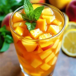 Um einen köstlichen Honig-Pfirsich-Oolong-Refresher zu machen, brauchst du diese Zutaten: - 2 Tassen Wasser - 2 Esslöffel losen Oolong-Tee (oder 2 Oolong-Teebeutel) - 1 reifer Pfirsich, gewürfelt - 2 Esslöffel Honig (oder mehr nach Geschmack) - Saft von 1 Zitrone - Frische Minzblätter zur Dekoration - Eiswürfel Diese Grundzutaten sind einfach zu finden und machen das Getränk erfrischend und lecker. Für den Honig-Pfirsich-Oolong-Refresher ist Oolong-Tee eine tolle Wahl. Oolong hat einen sanften, fruchtigen Geschmack. Du kannst auch Grüner Tee verwenden, aber er hat einen anderen Geschmack. Schwarztee ist stärker, aber kann ebenfalls gut passen. Probiere verschiedene Tees aus, um deinen Favoriten zu finden. Frische Pfirsiche sind der Schlüssel für diesen Drink. Achte auf diese Punkte: - Farbe: Wähle Pfirsiche mit einer schönen, goldenen Farbe. - Festigkeit: Sie sollten leicht weich sein, aber nicht matschig. - Duft: Sie sollten süß und fruchtig riechen. - Saison: Kaufe Pfirsiche in der Hochsaison, meist von Juni bis August. Die Auswahl der richtigen Pfirsiche macht deinen Honig-Pfirsich-Oolong-Refresher noch besser. Du findest die vollständige Anleitung, indem du das Rezept oben ansiehst. Um den perfekten Oolong-Tee zu machen, bringe 2 Tassen Wasser zum Kochen. Achte darauf, dass das Wasser wirklich sprudelnd kocht. Nimm dann den Topf vom Herd und füge 2 Esslöffel losen Oolong-Tee oder 2 Teebeutel hinzu. Lass den Tee für 5 Minuten ziehen. So entfaltet sich das volle Aroma. Nach 5 Minuten seihe den Tee in einen Krug. Schmeiß die Teeblätter oder Teebeutel weg. Während der Tee noch warm ist, ist es Zeit für den Honig. Füge 2 Esslöffel Honig hinzu. Rühre gut um, bis der Honig vollständig aufgelöst ist. Der warme Tee hilft, den Honig gleichmäßig zu verteilen. Wenn du es süßer magst, kannst du mehr Honig hinzufügen. Jetzt kommt der beste Teil: die Pfirsiche! Nimm einen reifen Pfirsich und schneide ihn in kleine Würfel. Gib diese in ein großes Glas oder einen Krug. Füge den Saft von 1 Zitrone hinzu. Dann verwende einen Stößel oder einen Löffel, um die Mischung sanft zu zerdrücken. Dies setzt den leckeren Pfirsichsaft frei. Achte darauf, die Mischung nicht zu pürieren. Wenn der Tee abgekühlt ist, gieß ihn über die Pfirsichmischung. Rühre alles gut um. Serviere den Drink über Eiswürfeln. Garniere mit frischen Minzblättern für einen schönen Farb- und Duftkick. Du hast nun einen erfrischenden Honey Peach Oolong, perfekt für heiße Tage! Für die vollständige Anleitung sieh dir das [Full Recipe] an. Um den Oolong-Tee perfekt zu machen, achte auf die Wassertemperatur. Oolong-Tee schmeckt am besten bei 90 bis 95 Grad Celsius. Zu heißes Wasser kann den Tee bitter machen. Lasse das Wasser nach dem Kochen etwa eine Minute abkühlen, bevor du den Tee hinzufügst. Ziehe den Tee für fünf Minuten, um den vollen Geschmack zu entfalten. So bekommst du ein tolles Aroma. Ein häufiger Fehler ist, den Tee zu lange ziehen zu lassen. Das führt oft zu einem bitteren Geschmack. Achte darauf, den Tee rechtzeitig abzusieben. Ein weiterer Fehler ist, den Honig nicht gut einzurühren. Er löst sich am besten, wenn der Tee warm ist. Wenn du frische Pfirsiche verwendest, achte darauf, dass sie reif sind. Unreife Pfirsiche geben nicht genug Süße. Die Präsentation macht einen großen Unterschied. Füge frische Minzblätter hinzu, um Farbe und Frische zu bringen. Du kannst auch eine Scheibe Pfirsich auf den Rand des Glases legen. Das sieht nicht nur gut aus, sondern gibt auch einen zusätzlichen Pfirsichgeschmack. Verwende klare Gläser, um die schönen Farben deines Refreshers zu zeigen. So wirkt dein Getränk noch einladender. {{image_4}} Wenn Sie keine Pfirsiche haben, probieren Sie andere Früchte. Äpfel, Nektarinen oder Birnen passen gut. Diese Früchte bringen frische Aromen in Ihr Getränk. Schneiden Sie sie einfach in kleine Stücke. Zerdrücken Sie sie wie bei den Pfirsichen. Das gibt einen tollen Geschmack. Honig ist lecker, aber nicht die einzige Option. Sie können auch Agavendicksaft oder Maple Syrup verwenden. Diese Süßstoffe haben unterschiedliche Geschmäcker. Sie können auch Stevia oder Erythrit probieren, wenn Sie weniger Zucker wollen. Beginnen Sie mit einer kleinen Menge und passen Sie es Ihrem Geschmack an. Möchten Sie etwas Besonderes für eine Feier? Fügen Sie etwas Sprudelwasser hinzu. Das macht Ihren Refreshinger spritzig und cool. Sie können auch frische Fruchtstücke oder Beeren als Garnitur verwenden. Diese verleihen dem Getränk eine schöne Farbe und zusätzlichen Geschmack. Für einen tropischen Twist fügen Sie etwas Kokoswasser hinzu. Genießen Sie Ihre kreativen Ideen mit diesem Rezept! Für die vollständige Anleitung schauen Sie sich das [Full Recipe] an. Um den Rest der Mischung zu lagern, füllen Sie ihn in einen luftdichten Behälter. Achten Sie darauf, dass der Behälter gut verschlossen ist. So bleibt der Geschmack frisch. Lagern Sie die Mischung im Kühlschrank, um sie kühl zu halten. Vermeiden Sie Metallbehälter, da sie den Geschmack beeinträchtigen können. Der Honig-Pfirsich-Oolong-Refresher bleibt bis zu drei Tage im Kühlschrank frisch. Nach dieser Zeit kann der Geschmack nachlassen. Achten Sie darauf, auf Veränderungen im Geruch oder Aussehen zu achten. Wenn er trüb wird oder anders riecht, entsorgen Sie ihn bitte. Sie können Reste auch für andere Getränke nutzen. Mischen Sie den Refresher mit Sprudelwasser für ein spritziges Getränk. Fügen Sie ihn zu Smoothies hinzu oder verwenden Sie ihn als Basis für Cocktails. Seien Sie kreativ und probieren Sie neue Kombinationen aus! Oolong-Tee hat viele Vorteile. Er kann den Stoffwechsel anregen und beim Abnehmen helfen. Oolong-Tee enthält Antioxidantien, die gut für die Haut sind. Er kann auch das Herz schützen und den Cholesterinspiegel senken. Viele Menschen trinken Oolong-Tee für mehr Energie. Er fördert die geistige Klarheit und kann Stress abbauen. Diese Vorteile machen Oolong-Tee zu einer großartigen Wahl für deinen Refreshinger. Ja, du kannst den Honig weglassen. Wenn du keinen Honig willst, probiere Agavendicksaft oder Ahornsirup. Diese Alternativen sind süß und passen gut zu Pfirsichen. Du kannst auch Stevia verwenden. Das hat keine Kalorien und ist sehr süß. Achte darauf, die Menge anzupassen, da Stevia viel süßer ist als Honig. Mit diesen Optionen bleibt dein Refreshinger lecker und erfrischend. Du kannst viele Dinge anpassen. Füge andere Früchte hinzu, wie Mango oder Kiwi. Diese bringen neue Aromen in deinen Refreshinger. Du kannst auch frische Kräuter wie Basilikum oder Thymian verwenden. Diese geben einen besonderen Geschmack. Wenn du es spritziger magst, füge etwas Sprudelwasser hinzu. Experimentiere mit den Zutaten, um deinen perfekten Refreshinger zu finden. Die Möglichkeiten sind endlos! Für das vollständige Rezept schau dir die [Full Recipe] an. Um einen leckeren Honig-Pfirsich-Oolong-Refresher zuzubereiten, brauchen Sie frische Zutaten und gute Tees. Wir haben Schritt für Schritt erklärt, wie man diesen Durstlöscher macht. Achten Sie auf die Zubereitungstipps, um Fehler zu vermeiden. Variationen sind leicht möglich, sogar ohne Pfirsiche oder mit anderen Süßungsmitteln. Lagern Sie Ihre Mischung richtig, um sie frisch zu halten. Genießen Sie diese erfrischende Kreation und probieren Sie selbst aus, was Ihnen schmeckt.