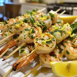Um köstliche Zitronen-Kräuter-Grill-Garnelen zuzubereiten, benötigst du folgende Zutaten: - 450 g große Garnelen, geschält und entdarmt - 3 Esslöffel Olivenöl - Abrieb von 1 Zitrone - 2 Esslöffel frischer Zitronensaft - 3 Knoblauchzehen, fein gehackt - 1 Esslöffel frische Petersilie, fein gehackt - 1 Esslöffel frisches Basilikum, fein gehackt - 1 Teelöffel getrockneter Oregano - Salz und Pfeffer nach Geschmack - Zitronenspalten zum Servieren Für 4 Portionen brauchst du die oben genannten Zutaten. Die Menge der Garnelen ist perfekt für einen Grillabend mit Freunden oder Familie. Du kannst die anderen Zutaten leicht anpassen, wenn du mehr oder weniger zubereiten möchtest. Wenn du frische Garnelen kaufst, achte auf folgende Punkte: - Farbe: Wähle Garnelen mit einer klaren, glänzenden Farbe. Vermeide trübe oder graue Garnelen. - Geruch: Frische Garnelen riechen leicht nach Meer. Ein starker Fischgeruch ist ein Zeichen für alte Garnelen. - Konsistenz: Drücke leicht auf die Garnelen. Sie sollten fest und sprungfähig sein. Weiche Garnelen sind nicht frisch. - Herkunft: Kaufe Garnelen, die aus nachhaltigem Fang stammen. Das ist gut für die Umwelt. Diese Tipps helfen dir, die besten Garnelen für dein Rezept auszuwählen. So wird jedes Gericht ein voller Erfolg! Du findest das vollständige Rezept [hier](Full Recipe). Um die Marinade für die Garnelen zu machen, nimm eine große Schüssel. Dort mischst du 3 Esslöffel Olivenöl, den Abrieb von 1 Zitrone und 2 Esslöffel frischen Zitronensaft. Füge 3 fein gehackte Knoblauchzehen, 1 Esslöffel fein gehackte Petersilie, 1 Esslöffel fein gehacktes Basilikum und 1 Teelöffel getrockneten Oregano hinzu. Das Ganze mit Salz und Pfeffer abschmecken. Rühre die Zutaten gut um, bis sie gut vermischt sind. Jetzt ist es Zeit für die Garnelen. Nimm 450 g große, geschälte und entdarmte Garnelen. Gib sie in die Marinade und stelle sicher, dass sie gut bedeckt sind. Decke die Schüssel ab und stelle sie für 30 Minuten in den Kühlschrank. So können die Aromen gut einziehen und die Garnelen werden lecker. Heize deinen Grill oder eine Grillpfanne auf mittelhohe Hitze vor. Wenn der Grill heiß ist, stecke die marinierten Garnelen auf Spieße. Wenn du Holzspieße benutzt, weiche sie vorher für 30 Minuten in Wasser ein. So brennen sie nicht an. Lege die Spieße auf den Grill und grille die Garnelen für etwa 2-3 Minuten pro Seite. Sie sind bereit, wenn sie rosa und leicht angebräunt sind. Nimm die Spieße vom Grill und lasse sie für ein paar Minuten ruhen, bevor du sie servierst. Serviere die gegrillten Garnelen mit Zitronenspalten für einen frischen Geschmack. Für die genauen Mengen und weitere Zubereitungsschritte schau dir das [Full Recipe] an. Um Garnelen perfekt zu grillen, wähle mittelhohe Hitze. So garen sie gleichmäßig. Verwende Spieße, um das Wenden zu erleichtern. Wenn du Holzspieße nutzt, weiche sie vorher 30 Minuten in Wasser ein. Das verhindert ein Anbrennen. Die Garnelen brauchen nur 2-3 Minuten pro Seite. Sie sind fertig, wenn sie rosa und leicht angebräunt sind. Varietät macht das Kochen spannend! Du kannst die Marinade leicht anpassen. Für einen scharfen Kick füge etwas Cayennepfeffer hinzu. Für eine frischere Note probiere frischen Dill oder Koriander. Auch Limettensaft ist eine tolle Alternative zum Zitronensaft. Experimentiere mit deinen Lieblingskräutern und Gewürzen. So findest du deine perfekte Mischung. Garnelen passen gut zu vielen Beilagen. Ein frischer grüner Salat ergänzt sie perfekt. Du kannst auch gegrilltes Gemüse oder einen leichten Reis servieren. Eine Knoblauch-Brotseite bringt zusätzlichen Geschmack. Für einen Hauch von Luxus serviere die Garnelen mit einem Glas Weißwein. Das rundet dein Essen ab und macht es besonders. Für das vollständige Rezept und weitere Details, schau dir die vollständige Anleitung für Zitronen-Kräuter-Grill-Garnelen an. {{image_4}} Diese Variante bringt Süße ins Spiel. Mische den Saft einer Zitrone mit zwei Esslöffeln Honig. Diese Mischung verleiht den Garnelen eine schöne Glasur und einen tollen Geschmack. Die süßen und sauren Noten harmonieren perfekt. Probiere es aus! Feta-Käse passt super zu Garnelen! Mische zerbröselten Feta mit frischen Kräutern. Verwende Thymian und Oregano für den mediterranen Flair. Gib die Mischung auf die Garnelen, bevor du sie grillst. Der Feta schmilzt und wird cremig. Das gibt einen großartigen Geschmack! Für einen scharfen Kick füge Jalapeño in die Marinade hinzu. Schneide eine kleine Jalapeño fein und rühre sie in die Marinade. Die Schärfe bringt eine aufregende Note. Du kannst auch etwas Cayennepfeffer verwenden. Für Liebhaber der Schärfe ist dies ein Muss! Für die besten Varianten empfehle ich, die Hauptzutat, die Garnelen, frisch zu wählen. Das sorgt für den besten Geschmack. Für weitere Ideen schau dir das Full Recipe an. Um Reste der gegrillten Garnelen frisch zu halten, lege sie in einen luftdichten Behälter. Stelle sicher, dass die Garnelen vollständig abgekühlt sind, bevor du sie hineinlegst. So vermeidest du Kondenswasser und hältst die Garnelen länger. Du kannst sie bis zu zwei Tage im Kühlschrank aufbewahren. Wenn du die Garnelen wieder warm machen willst, lege sie in eine Pfanne. Erhitze die Pfanne bei mittlerer Hitze. Füge einen Spritzer Olivenöl hinzu, um das Austrocknen zu verhindern. Erwärme die Garnelen für etwa zwei bis drei Minuten, bis sie heiß sind. So bleiben sie saftig und lecker. Du kannst die Garnelen bis zu 24 Stunden im Voraus marinieren. Das verbessert den Geschmack. Stelle sicher, dass du die Garnelen in der Marinade im Kühlschrank aufbewahrst. So ziehen die Aromen besser ein. Wenn du wenig Zeit hast, bereite die Marinade einfach am Morgen vor und lass die Garnelen bis zum Grillen einziehen. Für die beste Textur grillst du sie frisch. Für das vollständige Rezept schau dir bitte das [Full Recipe] an. Die marinierten Garnelen können im Kühlschrank bis zu 24 Stunden aufbewahrt werden. So ziehen die Aromen gut durch. Nach 24 Stunden kann die Qualität abnehmen. Frische ist wichtig, also am besten gleich nach der Marinierzeit grillen. Ja, du kannst die Garnelen auch im Ofen zubereiten. Heize den Ofen auf 200 Grad Celsius vor. Lege die Garnelen auf ein Backblech. Backe sie für etwa 6-8 Minuten. Die Garnelen sind fertig, wenn sie rosa und fest sind. So hast du eine einfache Möglichkeit, sie zuzubereiten, ohne einen Grill nutzen zu müssen. Zu den Zitronen-Kräuter-Grill-Garnelen passen viele Beilagen gut. Du könntest einen frischen Salat machen. Reis oder Quinoa sind auch toll. Gegrilltes Gemüse wie Zucchini oder Paprika ergänzt die Garnelen perfekt. Für einen kleinen Extra-Kick kannst du auch etwas Knoblauchbrot servieren. Das macht das Essen noch leckerer. Für das vollständige Rezept schau dir die Anleitung unter [Full Recipe] an. Wir haben die besten Zutaten und Schritt-für-Schritt-Anleitungen für gegrillte Garnelen erkundet. Frische Garnelen und eine tolle Marinade sind entscheidend für den Geschmack. Die Grilltechnik und die Auswahl der Beilagen runden dein Gericht ab. Mit Variationen wie Zitronen-Honig oder pikanten Jalapeño-Garnelen kannst du kreativ werden. Denke daran, Reste gut zu lagern und sie richtig wieder aufzuwärmen. Jetzt liegt es an dir, dieses köstliche Gericht selbst auszuprobieren!