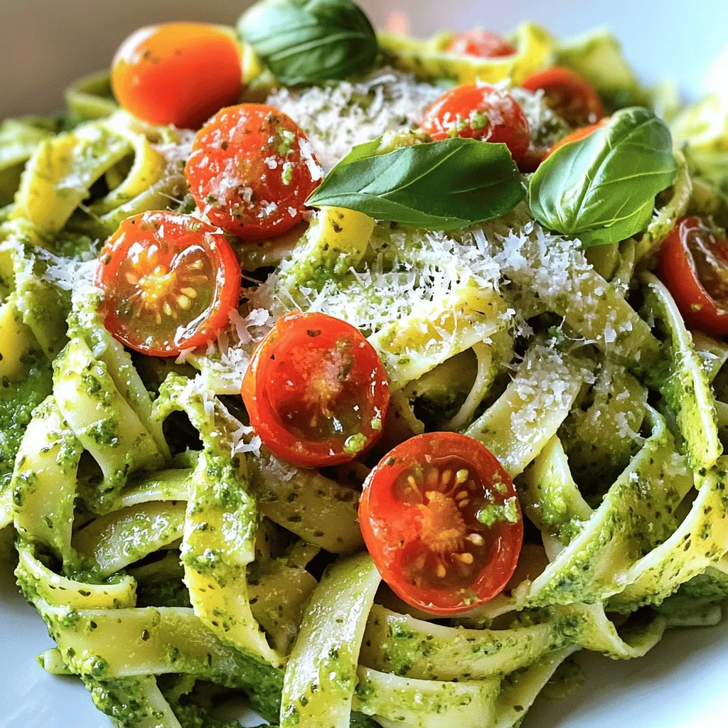 Für die cremige Pesto-Pasta brauche ich einige einfache, frische Zutaten. Diese Zutaten machen das Gericht besonders lecker. - 340 g Pasta (ich empfehle Fettuccine oder Penne) - 1 Tasse frische Basilikumblätter - 60 g Pinienkerne - 30 g geriebener Parmesan (plus extra zum Servieren) - 2 Knoblauchzehen, fein gehackt - 120 ml Schlagsahne - 60 ml natives Olivenöl extra - Salz und Pfeffer nach Geschmack - Cherrytomaten, halbiert (zur Garnierung) - Frische Basilikumblätter (zur Garnierung) Jede dieser Zutaten trägt zu einem tollen Geschmack bei. Frisches Basilikum bringt Aroma, während die Pinienkerne eine nussige Note geben. Parmesan fügt Tiefe hinzu und Schlagsahne macht das Pesto cremig. Die Wahl der Pasta ist wichtig. Ich empfehle Fettuccine oder Penne für dieses Rezept. Fettuccine hat eine breite Form, die viel Sauce aufnimmt. Penne hat Röhrenform und bietet einen tollen Biss. Beide Sorten passen gut zu Pesto. Wenn du andere Formen magst, probiere Fusilli oder Tagliatelle. Diese Sorten sind auch sehr gut. Achte darauf, die Pasta al dente zu kochen. So bleibt sie bissfest und lecker. Wenn du keine Pinienkerne hast, sind andere Nüsse ebenfalls gut. Cashewkerne oder Walnüsse sind tolle Alternativen. Sie geben einen anderen, aber auch schmackhaften Geschmack. Für eine andere Note kannst du auch verschiedene Kräuter verwenden. Petersilie oder Spinat sind gute Optionen, um dem Pesto eine frische Farbe zu geben. Wenn du vegan bist, ersetze den Parmesan durch Nährhefe oder einen veganen Käse. Für das beste Ergebnis, wähle frische Zutaten. Sie machen den Unterschied für den Geschmack aus. Wenn du mehr über die Zubereitung erfahren möchtest, schau dir das Full Recipe an. Um die perfekte cremige Pesto-Pasta zu machen, fangen wir mit der Pasta an. Du solltest einen großen Topf mit gesalzenem Wasser füllen und es zum Kochen bringen. Sobald das Wasser kocht, gib die Pasta hinein. Ich empfehle, Fettuccine oder Penne zu verwenden, da sie die Sauce gut halten. Koche die Pasta gemäß der Packungsanweisung al dente. Vergiss nicht, eine Tasse vom Nudelwasser aufzuheben, bevor du die Pasta abgießt. Das Wasser enthält Stärke und hilft, die Sauce zu binden. Stell die Pasta beiseite, während du das Pesto zubereitest. Jetzt kommt der spaßige Teil: das Pesto! Nimm eine Küchenmaschine und gib die frischen Basilikumblätter, Pinienkerne, geriebenen Parmesan und die fein gehackten Knoblauchzehen hinein. Pulsieren, bis die Mischung gut zerkleinert ist. Es sollte eine grobe Paste entstehen. Während die Maschine läuft, träufel langsam das Olivenöl dazu. Dies macht das Pesto schön glatt. Danach füge die Schlagsahne hinzu und pulsier erneut, bis alles gut vermischt ist. Wenn dein Pesto zu dick ist, füge einen Schluck vom aufbewahrten Nudelwasser hinzu, bis die Konsistenz stimmt. Jetzt ist es Zeit, die gekochte Pasta mit dem Pesto zu verbinden. Nimm eine große Schüssel und gib die Pasta hinein. Füge das Pesto hinzu und vermenge alles gut. Achte darauf, dass die Pasta gleichmäßig mit der Sauce bedeckt ist. Falls nötig, kannst du mehr von dem Nudelwasser hinzugeben, um die Mischung geschmeidiger zu machen. Schmecke die Pasta ab und würze nach Belieben mit Salz und Pfeffer. Jetzt kannst du die Pasta anrichten und sie mit halbierten Cherrytomaten, extra Parmesan und frischen Basilikumblättern garnieren. Diese Farben und Aromen machen dein Gericht besonders einladend. Für das vollständige Rezept, schaue dir die [Full Recipe]. Um die beste Konsistenz für dein Pesto zu erreichen, achte auf die Menge der Sahne. Beginne mit 120 ml, aber füge mehr hinzu, wenn das Pesto zu dick ist. Du kannst auch etwas vom aufbewahrten Nudelwasser verwenden. Es hilft, das Pesto cremiger zu machen. Mixe die Zutaten gut, bis du eine glatte, schöne Sauce erhältst. Ein häufiger Fehler ist, das Pesto zu lange zu mixen. Dadurch wird es zu warm und verliert den frischen Geschmack. Mixe nur kurz, bis alles gut vermischt ist. Achte auch darauf, frische Zutaten zu verwenden. Alte Basilikumblätter oder ranzige Pinienkerne können den Geschmack ruinieren. Schließlich, probiere das Pesto regelmäßig. So kannst du sicherstellen, dass die Gewürze perfekt sind. Serviere die cremige Pesto-Pasta in tiefen Tellern. Das sieht ansprechend aus und gibt Platz für die Garnitur. Streue frisch geriebenen Parmesan darüber und füge halbierte Cherrytomaten hinzu. Diese bringen Farbe und Frische. Denke daran, frische Basilikumblätter als Garnitur zu verwenden. Sie machen dein Gericht noch schöner und duftender. Für mehr Ideen kannst du die [Full Recipe] anschauen. {{image_4}} Um eine vegane Version dieser cremigen Pesto-Pasta zu machen, ersetze die Schlagsahne. Nutze stattdessen Kokosmilch oder Cashewcreme. Diese Alternativen geben dir die gleiche Cremigkeit. Du kannst auch den Parmesan weglassen oder durch Hefeflocken ersetzen. Hefeflocken bringen einen käsigen Geschmack, ohne tierische Produkte zu verwenden. Wenn du glutenfrei kochen möchtest, wähle spezielle glutenfreie Pasta. Es gibt viele Sorten aus Reis, Mais oder Hülsenfrüchten. Diese Pasta kocht ähnlich wie herkömmliche Pasta. Achte darauf, die Kochzeit genau zu beachten. So verhinderst du, dass sie matschig wird. Das Pesto bleibt dabei genauso lecker und cremig, egal welche Pasta du wählst. Um deiner Pesto-Pasta mehr Geschmack zu verleihen, füge frisches Gemüse hinzu. Gegrillte Zucchini oder Paprika passen gut dazu. Auch geröstete Pinienkerne geben einen tollen Crunch. Du kannst auch frische Erbsen oder Spinat für eine zusätzliche Nährstoffquelle verwenden. Diese Zutaten steigern den Genuss und machen das Gericht noch bunter. Für etwas Schärfe kannst du rote Paprikaflocken hinzufügen. Um Reste der Pesto-Pasta frisch zu halten, lege sie in einen luftdichten Behälter. Stelle sicher, dass die Pasta gut abgekühlt ist, bevor du sie einpackst. So vermeidest du Kondenswasser, das die Pasta matschig machen kann. Du kannst die Reste im Kühlschrank bis zu drei Tage aufbewahren. Wenn du die Pasta nicht gleich isst, gibt es einige tolle Optionen. Das Einfrieren von Pesto und Pasta ist eine großartige Idee, um die Haltbarkeit zu verlängern. Für das Pesto kannst du es in Eiswürfelschalen einfrieren. Sobald es fest ist, lege die Würfel in einen Gefrierbeutel. So hast du immer eine Portion Pesto bereit. Die gekochte Pasta kannst du ebenfalls einfrieren. Lege sie in einen Gefrierbehälter, aber achte darauf, dass sie etwas Platz hat. So kann sie sich ausdehnen, ohne zu brechen. Um die Reste der Pesto-Pasta wieder aufzuwärmen, gibt es verschiedene Methoden. Eine einfache Methode ist die Mikrowelle. Stelle die Pasta in eine mikrowellengeeignete Schüssel, füge einen Esslöffel Wasser hinzu und decke sie ab. Erhitze sie in kurzen Intervallen, bis sie heiß ist. Alternativ kannst du die Pasta in einer Pfanne mit etwas Wasser oder Brühe erhitzen. Das hilft, die Cremigkeit wiederherzustellen. Achte darauf, die Pasta nicht zu lange zu erhitzen, damit sie nicht trocken wird. Die Zubereitung von cremiger Pesto-Pasta dauert etwa 30 Minuten. Die Vorbereitungszeit ist schnell. Du brauchst nur 10 Minuten, um alles vorzubereiten. Das Kochen der Pasta dauert meist 10 bis 12 Minuten. Die restliche Zeit nutzt du, um das Pesto zu machen und alles zusammenzuführen. Ja, du kannst das Pesto im Voraus zubereiten. Das Pesto bleibt frisch, wenn du es im Kühlschrank aufbewahrst. Es hält sich dort bis zu einer Woche. Du kannst es auch einfrieren, um es länger zu lagern. Fülle das Pesto einfach in einen luftdichten Behälter. Das erleichtert die Verwendung, wenn du es brauchst. Wenn du keine Pinienkerne hast, gibt es viele Alternativen. Du kannst Walnüsse oder Mandeln verwenden. Diese Nüsse geben dem Pesto einen anderen, aber leckeren Geschmack. Sonnenblumenkerne sind ebenfalls eine gute Wahl. Sie sind kostengünstig und leicht zu finden. Du kannst auch Cashewkerne probieren, um eine cremige Textur zu erhalten. Cremige Pesto-Pasta ist einfach und schnell zubereitet. Sie benötigen die richtigen Zutaten und eine klare Anleitung. Ich habe Tipps gegeben, um häufige Fehler zu vermeiden und die besten Variationen zu finden. Denken Sie auch an die Lagerung, damit Reste frisch bleiben. Experimentieren Sie mit verschiedenen Zutaten für mehr Geschmack. Halten Sie diese Hinweise bereit, um jedes Mal leckere Pasta zu machen. Probieren Sie es aus und genießen Sie Ihre Mahlzeit!