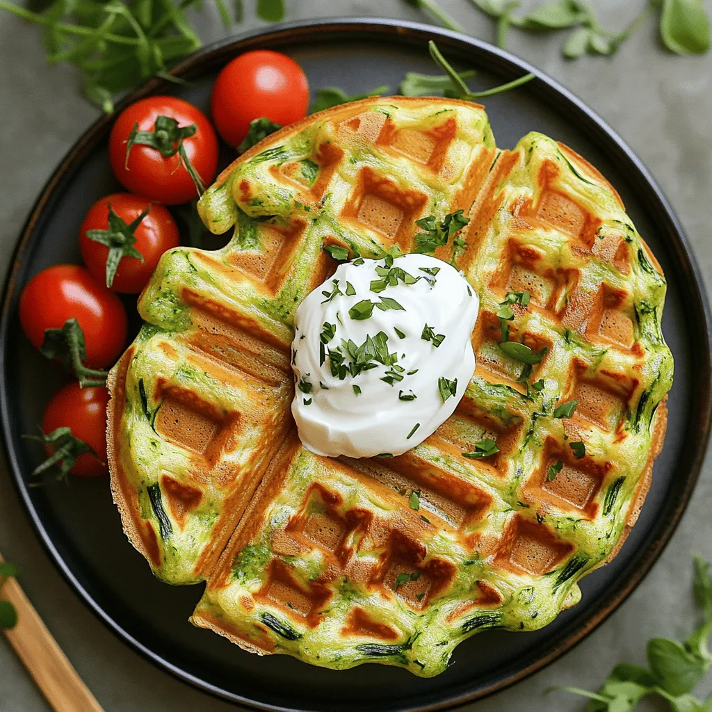 Für die Zucchini Waffeln brauchst du einige einfache Zutaten. Hier sind die Hauptbestandteile: - 2 mittelgroße Zucchini, gerieben und überflüssige Feuchtigkeit herausgedrückt - 1 Tasse Weizenmehl (oder Vollkornmehl für eine gesündere Option) - 2 große Eier - 1/2 Tasse geriebener Parmesan - 1/4 Tasse frische grüne Zwiebeln, fein gehackt - 1 Teelöffel Backpulver - 1/2 Teelöffel Knoblauchpulver - 1/2 Teelöffel Salz - 1/4 Teelöffel schwarzer Pfeffer - 1/2 Teelöffel geräuchertes Paprikapulver (optional) - Kochspray oder Olivenöl für das Waffeleisen Diese Zutaten bieten einen tollen Geschmack und eine schöne Textur. Du kannst das Rezept leicht anpassen. Füge verschiedene Käsearten hinzu, wie Feta oder Mozzarella. Möchtest du mehr Farbe? Probiere Paprika oder Spinat. Auch frische Kräuter wie Basilikum oder Thymian geben einen besonderen Kick. Experimentiere und finde deine perfekte Mischung. Für glutenfreie Waffeln nutze einfach glutenfreies Mehl. Es gibt viele gute Marken, die du ausprobieren kannst. Wenn du milchfrei backen möchtest, ersetze den Parmesan durch einen veganen Käse oder Hefeflocken. So erhältst du trotzdem einen leckeren Geschmack. Diese Alternativen machen das Rezept für jeden zugänglich. Für das vollständige Rezept, schau dir die [Full Recipe] an. Beginne mit der Vorbereitung deiner Zucchini. Nimm zwei mittelgroße Zucchini und reibe sie. Drücke die überschüssige Feuchtigkeit gut heraus. Das ist wichtig, um den Teig nicht zu wässern. Jetzt mische die geriebenen Zucchini in einer großen Schüssel mit dem geriebenen Parmesan und den gehackten grünen Zwiebeln. Rühre alles gut durch. Alle Zutaten sollten gleichmäßig verteilt sein. Es ist der Schlüssel zu einem leckeren Geschmack. In einer separaten Schüssel verquirle die Eier. Füge das Backpulver, Knoblauchpulver, Salz, schwarzen Pfeffer und das geräucherte Paprikapulver hinzu. Vermische alles gut, bis es eine einheitliche Masse ergibt. Gieße die Eimischung in die Schüssel mit den Zucchini. Dann rühre alles gründlich um, bis die Zutaten gut vermischt sind. Jetzt kommt das Mehl dazu. Füge es nach und nach hinzu und rühre vorsichtig. Der Teig sollte dick, aber gut gießbar sein. Heize dein Waffeleisen vor. Fette es leicht mit Kochspray oder Olivenöl ein. Nimm eine Kelle des Teigs und lege ihn auf das Waffeleisen. Verteile den Teig gleichmäßig. Schließe den Deckel und backe die Waffeln. Das dauert in der Regel etwa vier bis fünf Minuten. Wenn die Waffeln goldbraun und knusprig sind, nimm sie vorsichtig heraus. Wiederhole den Vorgang mit dem restlichen Teig. Du wirst etwa vier Waffeln erhalten. Serviere sie warm mit griechischem Joghurt oder Sauerrahm, sowie frischen Kräutern. Voller Geschmack und Freude! Für das vollständige Rezept siehe den Abschnitt „Full Recipe“. Ein häufiger Fehler ist zu viel Feuchtigkeit in der Zucchini. Presse die Zucchini gut aus, bevor du sie verwendest. So bleiben die Waffeln knusprig. Ein weiterer Fehler ist, das Waffeleisen nicht vorzuheizen. Ein heißes Eisen sorgt für eine schöne goldene Farbe. Achte auch darauf, nicht zu viel Teig auf einmal zu verwenden. Eine Kelle reicht aus, um die Waffel gleichmäßig zu formen. Für perfekte Zucchini Waffeln wähle ein Waffeleisen mit einer antihaftbeschichteten Oberfläche. So bleibt nichts kleben. Einige Waffeleisen haben eine gleichmäßige Wärmeverteilung, was für ein gutes Backergebnis sorgt. Du kannst auch ein Belgisches Waffeleisen verwenden, wenn du dickere Waffeln magst. Achte darauf, die Anweisungen des Herstellers zu befolgen, um die besten Ergebnisse zu erzielen. Möchtest du die Textur deiner Waffeln ändern? Füge mehr oder weniger Mehl hinzu, um die Konsistenz zu beeinflussen. Für weichere Waffeln verwende weniger Mehl. Wenn du sie knuspriger magst, füge etwas mehr hinzu. Gewürze wie geräuchertes Paprikapulver können den Geschmack verbessern. Experimentiere mit Käse oder Kräutern, um einen neuen Twist zu geben. Wenn du das Rezept anpasst, halte den Teig dick, aber gießbar für die besten Ergebnisse. Für das vollständige Rezept schau dir die [Full Recipe] an. {{image_4}} Sie können Ihre Zucchini Waffeln aufregender machen. Fügen Sie gewürfelte Paprika oder Jalapeños hinzu. Diese Zutaten geben den Waffeln einen scharfen Kick. Sie können auch etwas geriebenen Käse in den Teig mischen. Das sorgt für einen köstlichen, schmelzenden Geschmack. Probieren Sie auch frische Kräuter wie Basilikum oder Oregano. Diese verleihen den Waffeln einen tollen Duft und Geschmack. Für einen proteinreicheren Snack sind Feta oder Speck perfekt. Feta bringt einen salzigen, cremigen Geschmack. Zerbröseln Sie etwas Feta und mischen Sie es unter den Teig. Wenn Sie Speck mögen, braten Sie ihn knusprig und schneiden ihn klein. Mischen Sie ihn dann in den Teig. Beide Optionen machen Ihre Waffeln nahrhafter und sättigender. Mit saisonalen Gewürzen können Sie die Waffeln anpassen. Im Herbst sind Zimt und Muskatnuss eine tolle Wahl. Diese Gewürze geben den Waffeln eine süßliche Note. Für den Frühling können Sie frische Kräuter verwenden. Petersilie oder Dill bringen frischen Geschmack. Experimentieren Sie mit verschiedenen Kräutern und Gewürzen. So bleiben Ihre Zucchini Waffeln immer spannend und lecker. Für das vollständige Rezept, schauen Sie sich die [Full Recipe] an. Um deine Zucchini Waffeln frisch zu halten, lege sie in einen luftdichten Behälter. Verwende einen Behälter, der gut schließt. So bleibt die Feuchtigkeit drin, und die Waffeln werden nicht trocken. Wenn die Waffeln abgekühlt sind, kannst du sie schichten und ein Stück Backpapier dazwischen legen. Das hilft, dass sie nicht zusammenkleben. Das Aufwärmen deiner Zucchini Waffeln ist einfach. Benutze einen Toaster oder einen Ofen, um sie knusprig zu machen. Lege die Waffeln auf ein Backblech und stelle den Ofen auf 180 Grad Celsius. Backe sie für etwa 5 bis 7 Minuten. So bleiben sie schön knusprig. Wenn du es eilig hast, kannst du auch eine Mikrowelle verwenden. Stelle die Waffeln für 20 bis 30 Sekunden in die Mikrowelle. Sie werden warm, aber vielleicht nicht so knusprig. Wenn du mehr Waffeln gemacht hast, kannst du sie einfrieren. Lass die Waffeln zuerst ganz auskühlen. Lege sie dann in einen Gefrierbeutel. Vergiss nicht, das Datum darauf zu schreiben. So weißt du, wann du sie gemacht hast. Die Waffeln halten sich bis zu drei Monate im Gefrierfach. Wenn du sie auftauen willst, nimm sie einfach aus dem Gefrierfach und lass sie im Kühlschrank über Nacht stehen. Du kannst sie dann wie gewohnt aufwärmen. So hast du immer leckere Zucchini Waffeln bereit! Zucchini Waffeln halten sich bis zu drei Tage im Kühlschrank. Bewahren Sie sie in einem luftdichten Behälter auf. So bleiben sie frisch und lecker. Vor dem Essen können Sie sie kurz aufwärmen. Das macht sie wieder knusprig. Wenn sie länger haltbar sein sollen, empfehle ich das Einfrieren. Ja, Sie können die Waffeln im Voraus zubereiten. Machen Sie sie einfach am Abend vorher. Lassen Sie die Waffeln abkühlen und legen Sie sie in den Kühlschrank. Sie können sie auch einfrieren. Einfach die Waffeln in Folie wickeln und in einen Gefrierbeutel legen. So bleiben sie bis zu einem Monat frisch. Zum Aufwärmen einfach im Ofen backen oder in der Mikrowelle erhitzen. Wenn Sie kein Waffeleisen haben, machen Sie einfach Pfannkuchen. Erhitzen Sie eine Pfanne mit etwas Öl. Gießen Sie den Teig in die Pfanne. Backen Sie ihn bei mittlerer Hitze. Wenden Sie den Pfannkuchen, wenn die Unterseite goldbraun ist. So erhalten Sie leckere Zucchini-Pfannkuchen. Sie sind ebenso köstlich wie Waffeln! Für das volle Rezept schauen Sie sich das [Full Recipe] an. Zucchini Waffeln sind einfach, lecker und vielseitig. Wir haben die Hauptzutaten und deren Variationen erkundet. Die Schritt-für-Schritt-Anleitung zeigt, wie leicht das Backen geht. Tipps helfen dir, Fehler zu vermeiden und die perfekte Textur zu erreichen. Du kannst sogar mit verschiedenen Füllungen experimentieren. Achte auf richtige Lagerung, um die Waffeln frisch zu halten. Mit diesen Informationen bist du bereit, Zucchini Waffeln zu genießen. Experimentiere mit Aromen und lass deiner Kreativität freien Lauf!