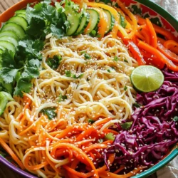 Für den Sesam-Ingwer-Nudelsalat benötigst du einige frische und gesunde Zutaten. Hier sind die Hauptzutaten, die du brauchst: - 225 g Reisnudeln - 1 Tasse Karotten, geraspelt - 1 Paprika (rot oder gelb), dünn geschnitten - 1 Gurke, julienne geschnitten - 1 Tasse rote Kohl, fein geschnitten - 1/4 Tasse Frühlingszwiebeln, gehackt - 1/4 Tasse frischer Koriander, gehackt - 1/4 Tasse Sesamsamen (geröstet) Diese Zutaten bringen sowohl Geschmack als auch Farbe in deinen Salat. Neben den Hauptzutaten gibt es einige wichtige Ergänzungen für das Dressing. Diese Zutaten geben dem Salat den besonderen Kick: - 3 Esslöffel Sojasauce - 2 Esslöffel Sesamöl - 1 Esslöffel frischer Ingwer, gerieben - 1 Knoblauchzehe, fein gehackt - 1 Esslöffel Honig oder Ahornsirup - Saft von 1 Limette - Eine Prise Chiliflocken (optional) Diese Zutaten machen das Dressing würzig und erfrischend. Du kannst einige Zutaten nach deinem Geschmack anpassen. Hier sind einige Optionen: - Ersetze Reisnudeln durch Vollkornnudeln für mehr Ballaststoffe. - Nutze Zucchini statt Gurke für einen anderen Geschmack. - Füge Tofu oder Hähnchen für mehr Protein hinzu. Mit diesen Substitutionen passt du den Salat ganz einfach an deinen Geschmack an. Du kannst die [Full Recipe] für eine detaillierte Anleitung nutzen. Um die perfekten Reisnudeln zu kochen, bringe einen großen Topf mit Wasser zum Kochen. Füge die 225 g Reisnudeln hinzu. Koche sie laut Packungsanweisung, meist 5 bis 7 Minuten. Nach dem Kochen gieße die Nudeln ab und spüle sie unter kaltem Wasser. Das stoppt den Garprozess und hält die Nudeln al dente. Stelle sie beiseite. Während die Nudeln kochen, ist es Zeit für das Gemüse. Du benötigst 1 Tasse geraspelte Karotten, 1 Paprika (rot oder gelb), 1 Gurke und 1 Tasse roten Kohl. Raspel die Karotten, schneide die Paprika und Gurke in feine Streifen, und hacke den rotkohl. Die Frühlingszwiebeln und der Koriander sollten auch gehackt werden. All dies wird den Salat frisch und knackig machen. Jetzt kommt der aufregende Teil, das Dressing. In einer kleinen Schüssel mische die 3 Esslöffel Sojasauce, 2 Esslöffel Sesamöl, 1 Esslöffel geriebenen Ingwer und 1 fein gehackte Knoblauchzehe. Füge 1 Esslöffel Honig oder Ahornsirup und den Saft von 1 Limette hinzu. Wenn du es scharf magst, füge eine Prise Chiliflocken hinzu. Verquirle alles gut, bis die Zutaten gut vermischt sind. Diese Schritte bringen dich dem köstlichen Sesam-Ingwer-Nudelsalat näher. Für das vollständige Rezept besuche die Seite mit dem Full Recipe. Um die Nudeln perfekt zu garen, bringe zuerst viel Wasser zum Kochen. Füge die Reisnudeln hinzu und koche sie laut Packungsanweisung. Oft sind es 5 bis 7 Minuten. Rühre die Nudeln während des Kochens gelegentlich um. Das verhindert, dass sie zusammenkleben. Nach dem Kochen gieße die Nudeln ab und spüle sie mit kaltem Wasser. So stoppst du den Garprozess und erhältst eine tolle Konsistenz. Die Präsentation macht viel aus. Nutze große, bunte Schalen für den Salat. Das bringt Farben ins Spiel und macht dein Gericht einladend. Streue die gerösteten Sesamsamen gleichmäßig oben drauf. Ein paar Limettenspalten und frischer Koriander sorgen für einen zusätzlichen Farbtupfer. Wenn du magst, kannst du auch etwas Chili für einen Hauch von Schärfe hinzufügen. Das Dressing ist der Schlüssel zum Genuss. Du kannst mit den Zutaten spielen. Probiere zum Beispiel Erdnussbutter für einen nussigen Geschmack. Oder füge einen Spritzer Reisessig hinzu, um es frischer zu machen. Wenn du es süßer magst, kannst du mehr Honig oder Ahornsirup verwenden. Jeder kann so sein ganz eigenes Dressing kreieren. Diese Flexibilität macht den Salat spannend und einzigartig. Für mehr Details schaue dir das Full Recipe an. {{image_4}} Wenn du diesen Nudelsalat herzhaft magst, füge Protein hinzu. Hähnchenbrust, Garnelen oder Tofu sind tolle Optionen. Du kannst gekochtes Hähnchen oder gebratene Garnelen direkt unter die Nudeln mischen. Für Tofu schneide ihn in Würfel und brate ihn knusprig an. Das gibt dem Salat mehr Geschmack und macht ihn sättigender. Für eine vegetarische oder vegane Variante, verwende Tofu oder Tempeh. Beides ist reich an Eiweiß und sehr nahrhaft. Du kannst auch Kichererbsen oder Edamame hinzufügen. Diese Zutaten sind lecker und verleihen dem Salat das gewisse Extra. Achte darauf, ein veganes Dressing zu wählen, falls du vegan kochen willst. Nutze saisonales Gemüse, um deinen Nudelsalat frisch zu halten. Im Frühling sind Erbsen und Radieschen toll. Im Sommer kannst du Zucchini oder Cherrytomaten verwenden. Im Herbst sind Kürbis und Rote Beete wunderbar. Diese Alternativen bringen neue Aromen und Farben in dein Gericht. Experimentiere und finde deine Lieblingskombinationen! Lagern Sie den Sesam-Ingwer-Nudelsalat in einem luftdichten Behälter. Achten Sie darauf, dass der Behälter gut verschlossen ist. Dies hilft, den Geschmack und die Frische zu bewahren. Stellen Sie den Behälter in den Kühlschrank. Es ist wichtig, dass der Salat nicht lange bei Raumtemperatur bleibt. Im Kühlschrank hält der Nudelsalat bis zu drei Tage. Nach dieser Zeit wird das Gemüse weicher und weniger knackig. Achten Sie darauf, den Salat vor dem Essen zu überprüfen. Wenn er unangenehm riecht oder sich verfärbt, werfen Sie ihn weg. Um den Nudelsalat wieder zu erwärmen, geben Sie ihn in eine Schüssel. Sie können ihn leicht in der Mikrowelle oder in einer Pfanne erwärmen. Fügen Sie ein wenig Sesamöl hinzu, um den Geschmack zu verbessern. Seien Sie vorsichtig, dass Sie ihn nicht zu lange erhitzen. Das Gemüse sollte frisch und knackig bleiben. Wenn Sie mehr über die Zubereitung erfahren möchten, schauen Sie sich das Full Recipe an. Der beste Nudeltyp für diesen Salat sind Reisnudeln. Sie sind leicht und nehmen die Aromen gut auf. Zudem sind sie glutenfrei, was sie für viele Menschen geeignet macht. Wenn Sie keine Reisnudeln mögen, können Sie auch andere Nudeln verwenden, wie z.B. Soba-Nudeln oder sogar Vollkornnudeln. Achten Sie darauf, die Nudeln nicht zu lange zu kochen, um eine matschige Konsistenz zu vermeiden. Ja, Sie können den Salat im Voraus zubereiten. Er schmeckt sogar besser, wenn er eine Zeit lang zieht. Bereiten Sie die Nudeln und das Gemüse vor. Mischen Sie das Dressing separat und fügen Sie es erst kurz vor dem Servieren hinzu. Das verhindert, dass das Gemüse weich wird und der Salat matschig wird. Bewahren Sie alles in luftdichten Behältern im Kühlschrank auf. Zu diesem Salat passen viele Beilagen gut. Sie können ihn mit gegrilltem Hähnchen oder Tofu servieren, um etwas Protein hinzuzufügen. Auch Frühlingsrollen oder gedämpfte Dumplings sind leckere Optionen. Wenn Sie es einfach halten möchten, genießen Sie den Salat mit einer frischen Limette oder Kräutern. Diese Beilagen ergänzen den Geschmack des Salats perfekt. Zusammenfassend haben wir die besten Zutaten für den Sesam-Ingwer-Nudelsalat entdeckt. Wir haben gelernt, wie man die Nudeln vorbereitet, das Gemüse schneidet und das Dressing richtig macht. Tipps zu Konsistenz und Präsentation helfen dir, den Salat schmackhaft zu gestalten. Variationen und Lagerungstipps geben dir Flexibilität. Wenn du Fragen hast, findest du nützliche Antworten in den FAQs. Dieser Nudelsalat bringt frischen Geschmack und Vielfalt in deine Küche. Genieß ihn, und experimentiere mit deinen eigenen Ideen!